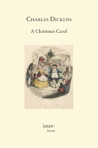Buchcover von "A Christmas Carol" von Charles Dickens - Text: STAVE  ONE Marley’s Ghost“ Marley was dead, to begin with. There is no doubt whatever about that. The register of his burial was signed by the clergyman, the clerk, the undertaker, and the chief mourner. Scrooge signed it. And Scrooge’s name was good upon ’Change for anything he chose to put his hand to. Old Marley was as dead as a door-nail. Mind! I don’t mean to say that I know, of my own know­ledge, what there is particularly dead about a door-nail. I might have been inclined, myself, to regard a coffin-nail as the  deadest piece of ironmongery in the trade. But the wisdom of our ancestors is in the simile; and my unhallowed hands shall not disturb it, or the Country’s done for. You will, therefore, permit me to repeat, emphatically, that Marley was as dead as a door-nail. Scrooge knew he was dead? Of course he did. How could it be otherwise? Scrooge and he were partners for I don’t know how many years. Scrooge was his sole executor, his sole administrator, his sole assign, his sole residuary legatee, his sole friend, and sole mourner. And even Scrooge was not so dreadfully cut up by the sad event, but that he was an excellent man of business on the very day of the funeral, and solemnised it with an undoubted bargain.The mention of Marley’s funeral brings me back to the point I  started from. There is no doubt that Marley was dead. This must be distinctly understood, or nothing wonderful can come of thestory I am going to relate. If we were not perfectly convinced thatHamlet’s Father died before the play began, there would be nothing more remarkable in his taking a stroll at night, in an easterly wind, upon his own ramparts, than there would be in any othermiddle-aged gentleman rashly turning out after dark in a breezyspot—say St.  Paul’s Church-yard, for instance—literally to astonish his son’s weak mind. Scrooge never painted out Old Marley’s name. There it stood, years afterwards, above the warehouse door: Scrooge and Marley. The firm was known as Scrooge and Marley. Sometimes people new to the business called Scrooge Scrooge, and sometimes Marley, but he answered to both names. It was all the same to him.Oh! but he was a tight-fisted hand at the grindstone, Scrooge! a squeezing, wrenching, grasping, scraping, clutching, covetous, old sinner! Hard and sharp as flint, from which no steel had ever struck out generous fire; secret, and self-contained, and solitary as an oyster. The cold within him froze his old features, nipped his pointed nose, shrivelled his cheek, stiffened his gait; made his eyes red, his thin lips blue; and spoke out shrewdly in his grating voice. A frosty rime was on his head, and on his eyebrows, and his wiry chin. Hecarried his own low temperature always about with him; he iced his office in the dog-days; and didn’t thaw it one degree at Christmas. External heat and cold had little influence on Scrooge. No warmth could warm, no wintry weather chill him. No wind that blew was bitterer than he, no falling snow was more intent upon its purpose, no pelting rain less open to entreaty. Foul weather didn’t know where to have him. The heaviest rain, and snow, and hail, and sleet could boast of the advantage over him in only one respect. They often “came down” handsomely and Scrooge never did. Nobody ever stopped him in the street to say, with gladsome looks, “My dear Scrooge, how are you? When will you come to see me?” No beggars implored him to bestow a trifle, no children asked him what it was o’clock, no man or woman ever once in all his life inquired the way to such and such a place, of Scrooge. Even the blindmen’s dogs appeared to know him; and, when they saw him coming on, would tug their owners into doorways and up courts; and then would wag their tails as though they said, “No eye at all isbetter than an evil eye, dark master!” But what did Scrooge care? It was the very thing he liked. To edge  his way along the crowded paths of life, warning all human sympathy to keep its distance, was what the knowing ones call “nuts” to Scrooge. Once upon a time—of all the good days in the year, on Christ­mas Eve—old Scrooge sat busy in his counting-house. It was cold, bleak, biting weather: foggy withal: and he could hear the people in the court outside go wheezing up and down, beating their hands upon their breasts, and stamping their feet upon the pavement stones to warm them. The City clocks had only just gone three, but it was quite dark already—it had not been light all day—and candles were flaring in the windows of the neighbouring offices, like ruddy smears upon the palpable brown air. The fog came pouring in at every chink and keyhole, and was so dense without, that, although the court was of the narrowest, the houses opposite were mere phantoms. To see the dingy cloud come drooping down, obscuring everything, one might have thought that nature lived hard by and was brewing on a large scale. The door of Scrooge’s counting-house was open, that he might keep his eye upon his clerk, who in a dismal little cell beyond, a sort of tank, was copying letters. Scrooge had a very small fire, but the clerk’s fire was so very much smaller that it looked like one coal. But he couldn’t replenish it, for Scrooge kept the coalbox in his own room; and so surely as the clerk came in with the shovel, the master predicted that it would be necessary for them to part. Wherefore the clerk put on his white comforter, and tried to warm himself at the candle; in which effort, not being a man of strong imagination, he failed.“A merry Christmas, uncle! God save you!” cried a cheerful voice. It was the voice of Scrooge’s nephew, who came upon him so quickly that this was the first intimation he had of his approach. “Bah!” said Scrooge. “Humbug!”He had so heated himself with rapid walking in the fog and frost, this nephew of Scrooge’s, that he was all in a glow; his face was ruddy and handsome; his eyes sparkled, and his breath smoked again.“Christmas a humbug, uncle!” said Scrooge’s nephew. “You don’t mean that, I am sure?”“I do,” said Scrooge. “Merry Christmas! What right have you to be merry? What reason have you to be merry? You’re poor e­nough.”“Come, then,” returned the nephew gaily. “What right have you to be dismal? What reason have you to be morose? You’re rich enough.”Scrooge, having no better answer ready on the spur of the moment, said, “Bah!” again; and followed it up with “Humbug!”“Don’t be cross, uncle!” said the nephew.  “What else can I be,” returned the uncle, “when I live in such a world of fools as this? Merry Christmas! Out upon merry Christmas! What’s Christmas-time to you but a time for paying bills without money; a time for finding yourself a year older, and not an hour richer; a time for balancing your books, and having every item in ’em through a round dozen of months presented dead against you? If I could work my will,” said Scrooge indignantly, “every idiot who goes about with ‘Merry Christmas’ on his lips should be boiled with his own pudding, and buried with a stake of holly through his heart. He should!”“Uncle!” pleaded the nephew.“Nephew!” returned the uncle sternly, “keep Christmas in your own way, and let me keep it in mine.”“Keep it!” repeated Scrooge’s nephew. “But you don’t keep it.”“Let me leave it alone, then,” said Scrooge. “Much good may it do you! Much good it has ever done you!” “There are many things from which I might have derived good, by which I have not profited, I dare say,” returned the nephew; “Christmas among the rest. But I am sure I have always thought of Christmas-time, when it has come round—apart from the veneration due to its sacred name and origin, if anything belonging to it can be apart from that—as a good time; a kind, forgiving, charitable, pleasant time; the only time I know of, in the long calendar of the year, when men and women seem by one consent to open their shut-up hearts freely, and to think of people below them as if they really were fellow-passengers to the grave, and not another race of creatures bound on other journeys. And therefore, uncle, though it has never put a scrap of gold or silver in my pocket, I believe that it has done me good, and will do me good; and I say, God bless it!” The clerk in the tank involuntarily applauded. Becoming immediately sensible of the impropriety, he poked the fire, and extinguished the last frail spark for ever.“Let me hear another sound from you,” said Scrooge, “and you’ll keep your Christmas by losing your situation! You’re quite a powerful speaker, sir,” he added, turning to his nephew. “I wonder you don’t go into Parliament.”“Don’t be angry, uncle. Come! Dine with us to-morrow.”Scrooge said that he would see him—Yes, indeed he did. He went the whole length of the expression, and said that he would see him in that extremity first.“But why?” cried Scrooge’s nephew. “Why?”“Why did you get married?” said Scrooge.“Because I fell in love.”“Because you fell in love!” growled Scrooge, as if that were the only one thing in the world more ridiculous than a merry Christmas. “Good afternoon!”“Nay, uncle, but you never came to see me before that happened. Why give it as a reason for not coming now?”“Good afternoon,” said Scrooge.“I want nothing from you; I ask nothing of you; why cannot we be friends?”“Good afternoon!” said Scrooge.“I am sorry, with all my heart, to find you so resolute. We have never had any quarrel to which I have been a party. But I have made the trial in homage to Christmas, and I’ll keep my Christmas humour to the last. So A Merry Christmas, uncle!”“Good afternoon,” said Scrooge.“And A Happy New Year!”“Good afternoon!” said Scrooge. His nephew left the room without an angry word, notwithstanding. He stopped at the outer door to bestow the greetings of the season on the clerk, who, cold as he was, was warmer than Scrooge; for he returned them cordially.“There’s another fellow,” muttered Scrooge, who overheard him: “my clerk, with fifteen shillings a week, and a wife and family, talking about a merry Christmas. I’ll retire to Bedlam.”This lunatic, in letting Scrooge’s nephew out, had let two other people in. They were portly gentlemen, pleasant to behold, and now stood, with their hats off, in Scrooge’s office. They had books and papers in their hands, and bowed to him.“Scrooge and Marley’s, I believe,” said one of the gentlemen, referring to his list. “Have I the pleasure of addressing Mr Scrooge, or Mr Marley?”“Mr Marley has been dead these seven years,” Scrooge replied. “He died seven years ago, this very night.”“We have no doubt his liberality is well represented by his surviving partner,” said the gentleman, presenting his credentials. It certainly was; for they had been two kindred spirits. At the ominous word “liberality” Scrooge frowned, and shook his head, and handed the credentials back.“At this festive season of the year, Mr Scrooge,” said the gentleman, taking up a pen, “it is more than usually desirable that we should make some slight provision for the poor and destitute, who suffer greatly at the present time. Many thousands are in want of common necessaries; hundreds of thousands are in want of common comforts, sir.”“Are there no prisons?” asked Scrooge.“Plenty of prisons,” said the gentleman, laying down the pen again.“And the Union workhouses?” demanded Scrooge. “Are they still in operation?”“They are. Still,” returned the gentleman, “I wish I could say they were not.”“The Treadmill and the Poor Law are in full vigour, then?” said Scrooge.“Both very busy, sir.”“Oh! I was afraid, from what you said at first, that something had occurred to stop them in their useful course,” said Scrooge. “I am very glad to hear it.” “Under the impression that they scarcely furnish Christian cheer of mind or body to the multitude,” returned the gentleman, “a few of us are endeavouring to raise a fund to buy the Poor some meat and drink, and means of warmth. We choose this time, because it is a time, of all others, when Want is keenly felt, and Abundance rejoices. What shall I put you down for?”“Nothing!” Scrooge replied.“You wish to be anonymous?”“I wish to be left alone,” said Scrooge. “Since you ask me what I wish, gentlemen, that is my answer. I don’t make merry myself at Christmas, and I can’t afford to make idle people merry. I help to support the establishments I have mentioned—they cost enough; and those who are badly off must go there.”“Many can’t go there; and many would rather die.”“If they would rather die,” said Scrooge, “they had better do it, and decrease the surplus population. Besides—excuse me—I don’t know that.”“But you might know it,” observed the gentleman.“It’s not my business,” Scrooge returned. “It’s enough for a man to understand his own business, and not to interfere with other people’s. Mine occupies me constantly. Good afternoon, gentlemen!” Seeing clearly that it would be useless to pursue their point, the gentlemen withdrew. Scrooge resumed his labours with an improved opinion of himself, and in a more facetious temper than was usual with him.Meanwhile the fog and darkness thickened so, that people ran about with flaring links, proffering their services to go before horses in carriages, and conduct them on their way. The ancient tower of a church, whose gruff old bell was always peeping slily down at Scrooge out of a Gothic window in the wall, became invisible, and struck the hours and quarters in the clouds, with tremulous vibrations afterwards, as if its teeth were chattering in its frozen head up there. The cold became intense. In the main street, at the corner of the court, some labourers were repairing the gas-pipes, and had lighted a great fire in a brazier, round which a party of ragged men and boys were gathered: warming their hands and winking their eyes before the blaze in rapture. The water-plug being left in solitude, its overflowings suddenly congealed, and turned to misanthropic ice. The brightness of the shops, where holly sprigs and berries crackled in the lamp heat of the windows, made pale faces ruddy as they passed. Poulterers’ and grocers’ trades became a splendid joke: a glorious pageant, with which it was next to impossible to believe that such dull principles as bargain and sale had anything to do. The Lord Mayor, in the stronghold of the mighty Mansion House, gave orders to his fifty cooks and butlers to keep Christmas as a Lord Mayor’s household should; and even the little tailor, whom he had fined five shillings on the previous Monday for being drunk and blood-thirsty in the streets, stirred up tomorrow’s pudding in his garret, while his lean wife and the baby sallied out to buy the beef. Foggier yet, and colder! Piercing, searching, biting cold. If the good St. Dunstan had but nipped the Evil Spirit’s nose with a touch of such weather as that, instead of using his familiar weapons, then indeed he would have roared to lusty purpose. The owner of one scant young nose, gnawed and mumbled by the hungry cold as bones are gnawed by dogs, stooped down at Scrooge’s keyhole to regale him with a Christmas carol; but, at the first sound of“God bless you, merry gentleman,May nothing you dismay!”Scrooge seized the ruler with such energy of action, that the sin­ger fled in terror, leaving the keyhole to the fog, and even more congenial frost. At length the hour of shutting up the counting-house arrived. With an ill-will Scrooge dismounted from his stool, and tacitly admitted the fact to the expectant clerk in the tank, who instantly snuffed his candle out, and put on his hat.“You’ll want all day to-morrow, I suppose?” said Scrooge.“If quite convenient, sir.”“It’s not convenient,” said Scrooge, “and it’s not fair. If I was to stop half-a-crown for it, you’d think yourself ill used, I’ll be bound?”The clerk smiled faintly.“And yet,” said Scrooge, “you don’t think me ill used when I pay a day’s wages for no work.”The clerk observed that it was only once a year.“A poor excuse for picking a man’s pocket every twenty-fifth of December!” said Scrooge, buttoning his great-coat to the chin. “But I suppose you must have the whole day. Be here all the earlier next morning.”The clerk promised that he would; and Scrooge walked out with a growl. The office was closed in a twinkling, and the clerk, with the long ends of his white comforter dangling below his waist (for he boasted no great-coat), went down a slide on Cornhill, at the end of a lane of boys, twenty times, in honour of its being Christmas-eve, and then ran home to Camden Town as hard as he could pelt, to play at blindman’s buff. Scrooge took his melancholy dinner in his usual melancholy tavern; and having read all the newspapers, and beguiled the rest of the evening with his banker’s book, went home to bed. He lived in chambers which had once belonged to his deceased partner. They were a gloomy suite of rooms, in a lowering pile of building up a yard, where it had so little business to be, that one could scarcely help fancying it must have run there when it was a young house, playing at hide-and-seek with other houses, and have forgotten the way out again. It was old enough now, and dreary enough; for nobody lived in it but Scrooge, the other rooms being all let out as offices. The yard was so dark that even Scrooge, who knew its every stone, was fain to grope with his hands. The fog and frost so hung about the black old gateway of the house, that it seemed as if the Genius of the Weather sat in mournful meditation on the threshold. Now, it is a fact that there was nothing at all particular about the knocker on the door, except that it was very large. It is also a fact that Scrooge had seen it, night and morning, during his whole re­sidence in that place; also that Scrooge had as little of what is called fancy about him as any man in the City of London, even including—which is a bold word—the corporation, aldermen, and livery. Let it also be borne in mind that Scrooge had not bestowed one thought on Marley since his last mention of his seven-years’dead partner that afternoon. And then let any man explain to me, if he can, how it happened that Scrooge, having his key in the lock of the door, saw in the knocker, without its undergoing any intermediate process of change—not a knocker, but Marley’s face.Marley’s face. It was not in impenetrable shadow, as the other objects in the yard were, but had a dismal light about it, like a bad lobster in a dark cellar. It was not angry or ferocious, but looked at Scrooge as Marley used to look: with ghostly spectacles turned up on its ghostly forehead. The hair was curiously stirred, as if by breath of hot air; and, though the eyes were wide open, they were perfectly motionless. That, and its livid colour, made it horrible; but its horror seemed to be in spite of the face, and beyond its control, rather than a part of its own expression. As Scrooge looked fixedly at this phenomenon, it was a knocker again.To say that he was not startled, or that his blood was not conscious of a terrible sensation to which it had been a stranger from infancy, would be untrue. But he put his hand upon the key he hadrelinquished, turned it sturdily, walked in, and lighted his candle.He did pause, with a moment’s irresolution, before he shut the door; and he did look cautiously behind it first, as if he half expected to be terrified with the sight of Marley’s pigtail sticking out into the hall. But there was nothing on the back of the door, except the screws and nuts that held the knocker on, so he said, “Pooh, pooh!” and closed it with a bang.The sound resounded through the house like thunder. Every room above, and every cask in the wine merchant’s cellars below, appeared to have a separate peal of echoes of its own. Scrooge was not a man to be frightened by echoes. He fastened the door, and walked across the hall, and up the stairs: slowly, too: trimming his candle as he went. You may talk vaguely about driving a coach and six up a good old flight of stairs, or through a bad young Act of Parliament; but I mean to say you might have got a hearse up that staircase, and taken it broadwise, with the splinter-bar towards the wall, and the door towards the balustrades: and done it easy. There was plenty of width for that, and room to spare; which is perhaps the reason why Scrooge thought he saw a locomotive hearse going on before him in the gloom. Half-a-dozen gas-lamps out of the street wouldn’t have lighted the entry too well, so you may suppose that it was pretty dark with Scrooge’s dip. Up Scrooge went, not caring a button for that. Darkness is cheap, and Scrooge liked it. But, before he shut his heavy door, he walked through his rooms to see that all was right. He had just enough recollection of the face to desire to do that.Sitting-room, bedroom, lumber-room. All as they should be. Nobody under the table, nobody under the sofa; a small fire in the grate; spoon and basin ready; and the little saucepan of gruel (Scrooge had a cold in his head) upon the hob. Nobody under the bed; nobody in the closet; nobody in his dressing-gown, which was hanging up in a suspicious attitude against the wall. Lumberroom as usual. Old fire-guard, old shoes, two fish baskets, washing-stand on three legs, and a poker.Quite satisfied, he closed his door, and locked himself in; double locked himself in, which was not his custom. Thus secured against surprise, he took off his cravat; put on his dressing-gown and slippers, and his nightcap; and sat down before the fire to take his gruel. It was a very low fire indeed; nothing on such a bitter night. He was obliged to sit close to it, and brood over it, before he could extract the least sensation of warmth from such a handful of fuel. The fire-place was an old one, built by some Dutch merchant long ago, and paved all round with quaint Dutch tiles, designed to illustrate the Scriptures. There were Cains and Abels, Pharaoh’s daughters, Queens of Sheba, Angelic messengers descending through the air on clouds like feather beds, Abrahams, Belshazzars, Apostles put­ting off to sea in butter-boats, hundreds of figures to attract his thoughts; and yet that face of Marley, seven years dead, came like the ancient Prophet’s rod, and swallowed up the whole. If each smooth tile had been a blank at first, with power to shape some picture on its surface from the disjointed fragments of his thoughts, there would have been a copy of old Marley’s head on every one. “Humbug!” said Scrooge; and walked across the room. After several turns he sat down again. As he threw his head back in the chair, his glance happened to rest upon a bell, a disused bell, that hung in the room, and communicated, for some purpose now forgotten, with a chamber in the highest story of the building. It was with great astonishment, and with a strange, inexplicable dread, that, as he looked, he saw this bell begin to swing. It swung so softly in the outset that it scarcely made a sound; but soon it rang out loudly, and so did every bell in the house. This might have lasted half a minute, or a minute, but it seemed an hour. The bells ceased, as they had begun, together. They were succeeded by a clanking noise, deep down below, as if some person were dragging a heavy chain over the casks in the wine merchant’s cellar. Scrooge then remembered to have heard that ghosts in haunted houses were described as dragging chains.The cellar door flew open with a booming sound, and then he heard the noise much louder on the floors below; then coming up the stairs; then coming straight towards his door.“It’s humbug still!” said Scrooge. “I won’t believe it.”His colour changed, though, when, without a pause, it came on through the heavy door, and passed into the room before his eyes. Upon its coming in, the dying flame leaped up, as though it cried, “I know him! Marley’s Ghost!” and fell again. The same face: the very same. Marley in his pigtail, usual waist­coat, tights, and boots; the tassels on the latter bristling, like his pigtail, and his coat-skirts, and the hair upon his head. The chain he drew was clasped about his middle. It was long, and wound about him like a tail; and it was made (for Scrooge observed it closely) of cash-boxes, keys, padlocks, ledgers, deeds, and heavy purses wrought in steel. His body was transparent; so that Scrooge, observing him, and looking through his waistcoat, could see the two buttons on his coat behind.Scrooge had often heard it said that Marley had no bowels, but he had never believed it until now.No, nor did he believe it even now. Though he looked the phantom through and through, and saw it standing before him; though he felt the chilling influence of its death-cold eyes; and marked the very texture of the folded kerchief bound about its head and chin, which wrapper he had not observed before; he was still incredulous, and fought against his senses. “How now!” said Scrooge, caustic and cold as ever. “What do you want with me?”“Much!”—Marley’s voice, no doubt about it.“Who are you?”“Ask me who I was.”“Who were you, then?” said Scrooge, raising his voice. “You’re particular, for a shade.” He was going to say “to a shade,” but substituted this, as more appropriate.“In life I was your partner, Jacob Marley.”“Can you—can you sit down?” asked Scrooge, looking doubtfully at him.“I can.”“Do it, then.”Scrooge asked the question, because he didn’t know whether a ghost so transparent might find himself in a condition to take a chair; and felt that, in the event of its being impossible, it might involve the necessity of an embarrassing explanation. But the Ghost sat down on the opposite side of the fire-place, as if he were quite used to it.“You don’t believe in me,” observed the Ghost.“I don’t,” said Scrooge.“What evidence would you have of my reality beyond that of your own senses?”“I don’t know,” said Scrooge.“Why do you doubt your senses?”“Because,” said Scrooge, “a little thing affects them. A slight disorder of the stomach makes them cheats. You may be an undigested bit of beef, a blot of mustard, a crumb of cheese, a fragment of an underdone potato. There’s more of gravy than of grave about you, whatever you are!” Scrooge was not much in the habit of cracking jokes, nor did he feel in his heart by any means waggish then. The truth is, that he tried to be smart, as a means of distracting his own attention, and keeping down his terror; for the spectre’s voice disturbed the very marrow in his bones.To sit staring at those fixed glazed eyes in silence, for a moment, would play, Scrooge felt, the very deuce with him. There was something very awful, too, in the spectre’s being provided with an infernal atmosphere of his own. Scrooge could not feel it himself, but this was clearly the case; for though the Ghost sat perfectly motionless, its hair, and skirts, and tassels were still agitated as by the hot vapour from an oven.“You see this toothpick?” said Scrooge, returning quickly to the charge, for the reason just assigned; and wishing, though it were only for a second, to divert the vision’s stony gaze from himself.“I do,” replied the Ghost.“You are not looking at it,” said Scrooge.“But I see it,” said the Ghost, “notwithstanding.”“Well!” returned Scrooge, “I have but to swallow this, and be for the rest of my days persecuted by a legion of goblins, all of my own creation. Humbug, I tell you; humbug!” At this the spirit raised a frightful cry, and shook its chain with such a dismal and appalling noise, that Scrooge held on tight to his chair, to save himself from falling in a swoon. But how much greater was his horror when the phantom, taking off the bandage round his head, as if it were too warm to wear indoors, its lower jaw dropped down upon its breast!Scrooge fell upon his knees, and clasped his hands before his face.“Mercy!” he said. “Dreadful apparition, why do you trouble me?”“Man of the worldly mind!” replied the Ghost, “do you believe in me or not?”“I do,” said Scrooge. “I must. But why do spirits walk the earth, and why do they come to me?”“It is required of every man,” the Ghost returned, “that the spirit within him should walk abroad among his fellow-men, and travel far and wide; and, if that spirit goes not forth in life, it is condemned to do so after death. It is doomed to wander through the world—oh, woe is me!—and witness what it cannot share, but might have shared on earth, and turned to happiness!”Again the spectre raised a cry, and shook its chain and wrung its shadowy hands. “You are fettered,” said Scrooge, trembling. “Tell me why?”“I wear the chain I forged in life,” replied the Ghost. “I made it link by link, and yard by yard; I girded it on of my own free-will, and of my own free-will I wore it. Is its pattern strange to you?”Scrooge trembled more and more.“Or would you know,” pursued the Ghost, “the weight and length of the strong coil you bear yourself? It was full as heavy and as long as this, seven Christmas-eves ago. You have laboured on it since. It is a ponderous chain!”Scrooge glanced about him on the floor, in the expectation of finding himself surrounded by some fifty or sixty fathoms of iron cable, but he could see nothing.“Jacob!” he said imploringly. “Old Jacob Marley, tell me more! Speak comfort to me, Jacob!”“I have none to give,” the Ghost replied. “It comes from other regions, Ebenezer Scrooge, and is conveyed by other ministers, to other kinds of men. Nor can I tell you what I would. A very little more is all permitted to me. I cannot rest, I cannot stay, I cannot linger anywhere. My spirit never walked beyond our countinghouse—mark me;—in life my spirit never roved beyond the narrow limits of our money-changing hole; and weary journeys lie before me!” It was a habit with Scrooge, whenever he became thoughtful, to put his hands in his breeches pockets. Pondering on what the Ghost had said, he did so now, but without lifting up his eyes, or getting off his knees.“You must have been very slow about it, Jacob,” Scrooge observed in a business-like manner, though with humility and deference.“Slow!” the Ghost repeated.“Seven years dead,” mused Scrooge. “And travelling all the time?”“The whole time,” said the Ghost. “No rest, no peace. Incessant torture of remorse.”“You travel fast?” said Scrooge.“On the wings of the wind,” replied the Ghost.“You might have got over a great quantity of ground in seven years,” said Scrooge.  The Ghost, on hearing this, set up another cry, and clanked its chain so hideously in the dead silence of the night, that the Ward would have been justified in indicting it for a nuisance.“Oh! captive, bound, and double-ironed,” cried the phantom, “not to know that ages of incessant labour, by immortal creatures, for this earth must pass into eternity before the good of which it is susceptible is all developed! Not to know that any Christian spirit working kindly in its little sphere, whatever it may be, will find its mortal life too short for its vast means of usefulness! Not to know that no space of regret can make amends for one life’s opportunities misused! Yet such was I! Oh, such was I!”“But you were always a good man of business, Jacob,” faltered Scrooge, who now began to apply this to himself.“Business!” cried the Ghost, wringing its hands again. “Mankind was my business. The common welfare was my business; charity, mercy, forbearance, and benevolence were, all, my business. The dealings of my trade were but a drop of water in the comprehensive ocean of my business!”It held up its chain at arm’s length, as if that were the cause of all its unavailing grief, and flung it heavily upon the ground again.“At this time of the rolling year,” the spectre said, “I suffer most. Why did I walk through crowds of fellow-beings with my eyes turned down, and never raise them to that blessed Star which led the Wise Men to a poor abode? Were there no poor homes to which its light would have conducted me?” Scrooge was very much dismayed to hear the spectre going on at this rate, and began to quake exceedingly.“Hear me!” cried the Ghost. “My time is nearly gone.”“I will,” said Scrooge. “But don’t be hard upon me! Don’t be flowery, Jacob! Pray!”“How it is that I appear before you in a shape that you can see, I may not tell. I have sat invisible beside you many and many aday.”It was not an agreeable idea. Scrooge shivered, and wiped the perspiration from his brow.“That is no light part of my penance,” pursued the Ghost. “I am here to-night to warn you that you have yet a chance and hope of escaping my fate. A chance and hope of my procuring, Ebenezer.”“You were always a good friend to me,” said Scrooge. “Thankee!”“You will be haunted,” resumed the Ghost, “by Three Spirits.”Scrooge’s countenance fell almost as low as the Ghost’s had done.“Is that the chance and hope you mentioned, Jacob?” he demanded in a faltering voice.“It is.”“I—I think I’d rather not,” said Scrooge.“Without their visits,” said the Ghost, “you cannot hope to shun the path I tread. Expect the first to-morrow when the bell tolls One.”“Couldn’t I take ’em all at once, and have it over, Jacob?” hinted Scrooge.“Expect the second on the next night at the same hour. The third, upon the next night when the last stroke of Twelve has ceased to vibrate. Look to see me no more; and look that, for your own sake, you remember what has passed between us!” When it had said these words, the spectre took its wrapper from the table, and bound it round its head as before. Scrooge knew this by the smart sound its teeth made when the jaws were brought together by the bandage. He ventured to raise his eyes again, and found his supernatural visitor confronting him in an erect attitude, with its chain wound over and about its arm.The apparition walked backward from him; and, at every step it took, the window raised itself a little, so that, when the spectre reached it, it was wide open. It beckoned Scrooge to approach, which he did. When they were within two paces of each other, Marley’s Ghost held up its hand, warning him to come no nearer. Scrooge stopped.Not so much in obedience as in surprise and fear; for, on the raising of the hand, he became sensible of confused noises in the air; incoherent sounds of lamentation and regret; wailings inexpressibly sorrowful and self-accusatory. The spectre, after listening for a moment, joined in the mournful dirge; and floated out upon the bleak, dark night. Scrooge followed to the window: desperate in his curiosity. He looked out.The air was filled with phantoms, wandering hither and thither in restless haste, and moaning as they went. Every one of them wore chains like Marley’s Ghost; some few (they might be guilty governments) were linked together; none were free. Many had been personally known to Scrooge in their lives. He had been quite familiar with one old ghost in a white waistcoat, with a monstrous iron safe attached to its ankle, who cried piteously at being unable to assist a wretched woman with an infant, whom it saw below upon a doorstep. The misery with them all was, clearly, that they sought to interfere, for good, in human matters, and had lost the power for ever. Whether these creatures faded into mist, or mist enshrouded them, he could not tell. But they and their spirit voices faded together; and the night became as it had been when he walked home.Scrooge closed the window, and examined the door by which the Ghost had entered. It was double locked, as he had locked it with his own hands, and the bolts were undisturbed. He tried to say “Humbug!” but stopped at the first syllable. And being, from the emotion he had undergone, or the fatigues of the day, or his glimpse of the Invisible World, or the dull conversation of the Ghost, or the lateness of the hour, much in need of repose, went straight to bed without undressing, and fell asleep upon the instant.  STAVE TWO  The First of the Three Spirits  When Scrooge awoke it was so dark, that, looking out of bed, he could scarcely distinguish the transparent window from the opaque walls of his chamber. He was endeavouring to pierce the darkness with his ferret eyes, when the chimes of a neighbouring church struck the four quarters. So he listened for the hour.To his great astonishment, the heavy bell went on from six to seven, and from seven to eight, and regularly up to twelve; then stopped. Twelve! It was past two when he went to bed. The clock was wrong. An icicle must have got into the works. Twelve!He touched the spring of his repeater, to correct this most preposterous clock. Its rapid little pulse beat twelve, and stopped.“Why, it isn’t possible,” said Scrooge, “that I can have slept through a whole day and far into another night. It isn’t possible that anything has happened to the sun, and this is twelve at noon!”The idea being an alarming one, he scrambled out of bed, and groped his way to the window. He was obliged to rub the frost off with the sleeve of his dressing-gown before he could see anything; and could see very little then. All he could make out was, that it was still very foggy and extremely cold, and that there was no noise of people running to and fro, and making a great stir, as there unquestionably would have been if night had beaten off bright day, and taken possession of the world. This was a great relief, because “Three days after sight of this First of Exchange pay to Mr Ebenezer Scrooge or his order,” and so forth, would have become a mere United States security if there were no days to count by.Scrooge went to bed again, and thought, and thought, and thought it over and over, and could make nothing of it. The more he thought, the more perplexed he was; and, the more he endeavoured not to think, the more he thought.Marley’s Ghost bothered him exceedingly. Every time he resolved within himself, after mature inquiry, that it was all a dream, his mind flew back again, like a strong spring released, to its first position, and presented the same problem to be worked all through, “Was it a dream or not?”Scrooge lay in this state until the chime had gone three quarters more, when he remembered, on a sudden, that the Ghost had warned him of a visitation when the bell tolled one. He resolved to lie awake until the hour was passed; and, considering that he could no more go to sleep than go to Heaven, this was, perhaps, the wisest resolution in his power.The quarter was so long, that he was more than once convinced he must have sunk into a doze unconsciously, and missed the clock. At length it broke upon his listening ear.“Ding, dong!”“A quarter past,” said Scrooge, counting.“Ding, dong!”“Half past,” said Scrooge.“Ding, dong!”“A quarter to it,” said Scrooge.“Ding, dong!”“The hour itself,” said Scrooge triumphantly, “and nothing else!”He spoke before the hour bell sounded, which it now did with a deep, dull, hollow, melancholy ONE. Light flashed up in the room upon the instant, and the curtains of his bed were drawn.The curtains of his bed were drawn aside, I tell you, by a hand. Not the curtains at his feet, nor the curtains at his back, but those to which his face was addressed. The curtains of his bed were drawn aside; and Scrooge, starting up into a half-recumbent attitude, found himself face to face with the unearthly visitor who drew them: as close to it as I am now to you, and I am standing in the spirit at your elbow.It was a strange figure—like a child: yet not so like a child as like an old man, viewed through some supernatural medium, which gave him the appearance of having receded from the view, and being diminished to a child’s proportions. Its hair, which hung about its neck and down its back, was white, as if with age; and yet the face had not a wrinkle in it, and the tenderest bloom was on the skin. The arms were very long and muscular; the hands the same, as if its hold were of uncommon strength. Its legs and feet, most delicately formed, were, like those upper members, bare. It wore a tunic of the purest white; and round its waist was bound a lustrous belt, the sheen of which was beautiful. It held a branch of fresh green holly in its hand: and, in singular contradiction of that wintry emblem, had its dress trimmed with summer flowers. But the strangest thing about it was, that from the crown of its head there sprung a bright clear jet of light, by which all this was visible; and which was doubtless the occasion of its using, in its duller moments, a great extinguisher for a cap, which it now held under its arm.Even this, though, when Scrooge looked at it with increasing steadi­ness, was not its strangest quality. For, as its belt sparkled and glittered, now in one part and now in another, and what was light one instant at another time was dark, so the figure itself fluctuated in its distinctness: being now a thing with one arm, now with one leg, now with twenty legs, now a pair of legs without a head, now a head without a body: of which dissolving parts no outline would be visible in the dense gloom wherein they melted away. And, in the very wonder of this, it would be itself again; distinct and clear as ever.“Are you the Spirit, sir, whose coming was foretold to me?” asked Scrooge.“I am!”The voice was soft and gentle. Singularly low, as if, instead of being so close beside him, it were at a distance.“Who and what are you?” Scrooge demanded.“I am the Ghost of Christmas Past.”“Long Past?” inquired Scrooge; observant of its dwarfish stature.“No. Your past.”Perhaps Scrooge could not have told anybody why, if anybody could have asked him; but he had a special desire to see the Spirit in his cap; and begged him to be covered.“What!” exclaimed the Ghost, “would you so soon put out, with worldly hands, the light I give? Is it not enough that you are one of those whose passions made this cap, and force me through whole trains of years to wear it low upon my brow?”Scrooge reverently disclaimed all intention to offend or any know­ledge of having wilfully “bonneted” the Spirit at any period of his life. He then made bold to inquire what business brought him there.“Your welfare!” said the Ghost.Scrooge expressed himself much obliged, but could not help thinking that a night of unbroken rest would have been more conducive to that end. The Spirit must have heard him thinking, for it said immediately:“Your reclamation, then. Take heed!”It put out its strong hand as it spoke, and clasped him gently by the arm.“Rise! and walk with me!”It would have been in vain for Scrooge to plead that the weather and the hour were not adapted to pedestrian purposes; that bed was warm, and the thermometer a long way below freezing; that he was clad but lightly in his slippers, dressing-gown, and nightcap; and that he had a cold upon him at that time. The grasp, though gentle as a woman’s hand, was not to be resisted. He rose: but, finding that the Spirit made towards the window, clasped its robe in supplication.“I am a mortal,” Scrooge remonstrated, “and liable to fall.”“Bear but a touch of my hand there,” said the Spirit, laying it upon his heart, “and you shall be upheld in more than this!”As the words were spoken, they passed through the wall, and stood upon an open country road, with fields on either hand. The city had entirely vanished. Not a vestige of it was to be seen. The darkness and the mist had vanished with it, for it was a clear, cold, winter day, with the snow upon the ground.“Good Heaven!” said Scrooge, clasping his hands together as he looked about him. “I was bred in this place. I was a boy here!”The Spirit gazed upon him mildly. Its gentle touch, though it had been light and instantaneous, appeared still present to the old man’s sense of feeling. He was conscious of a thousand odours floating in the air, each one connected with a thousand thoughts, and hopes, and joys, and cares long, long forgotten!“Your lip is trembling,” said the Ghost. “And what is that upon your cheek?”Scrooge muttered, with an unusual catching in his voice, that it was a pimple; and begged the Ghost to lead him where he would.“You recollect the way?” inquired the Spirit.“Remember it!” cried Scrooge with fervour; “I could walk it blindfold.”“Strange to have forgotten it for so many years!” observed the Ghost. “Let us go on.”They walked along the road, Scrooge recognising every gate, and post, and tree, until a little market-town appeared in the distance, with its bridge, its church, and winding river. Some shaggy ponies now were seen trotting towards them with boys upon their backs, who called to other boys in country gigs and carts, driven by far­mers. All these boys were in great spirits, and shouted to each other, until the broad fields were so full of merry music, that the crisp air laughed to hear it.“These are but shadows of the things that have been,” said the Ghost. “They have no consciousness of us.”The jocund travellers came on; and as they came, Scrooge knew and named them every one. Why was he rejoiced beyond all bounds to see them? Why did his cold eye glisten, and his heart leap up as they went past? Why was he filled with gladness when he heard them give each other Merry Christmas, as they parted at crossroads and by-ways for their several homes? What was merry Christmas to Scrooge? Out upon merry Christmas! What good had it ever done to him?“The school is not quite deserted,” said the Ghost. “A solitary child, neglected by his friends, is left there still.”Scrooge said he knew it. And he sobbed.They left the high-road by a well-remembered lane, and soon approached a mansion of dull red brick, with a little weather-cock surmounted cupola on the roof and a bell hanging in it. It was a large house, but one of broken fortunes: for the spacious offices were little used, their walls were damp and mossy, their windows broken, and their gates decayed. Fowls clucked and strutted in the stables; and the coach-houses and sheds were overrun with grass. Nor was it more retentive of its ancient state within; for, entering the dreary hall, and glancing through the open doors of many rooms, they found them poorly furnished, cold, and vast. There was an earthly savour in the air, a chilly bareness in the place, which associated itself somehow with too much getting up by candlelight, and not too much to eat.They went, the Ghost and Scrooge, across the hall, to a door at the back of the house. It opened before them, and disclosed a long, bare, melancholy room, made barer still by lines of plain deal forms and desks. At one of these a lonely boy was reading near a feeble fire; and Scrooge sat down upon a form, and wept to see his poor forgotten self as he had used to be.Not a latent echo in the house, not a squeak and scuffle from the mice behind the panelling, not a drip from the half-thawed waterspout in the dull yard behind, not a sigh among the leafless boughs of one despondent poplar, not the idle swinging of an empty storehouse door, no, not a clicking in the fire, but fell upon the heart of Scrooge with softening influence, and gave a freer passage to his tears.The Spirit touched him on the arm, and pointed to his younger self, intent upon his reading. Suddenly a man in foreign garments: wonderfully real and distinct to look at: stood outside the window, with an axe stuck in his belt, and leading by the bridle an ass laden with wood.“Why, it’s Ali Baba!” Scrooge exclaimed in ecstasy. “It’s dear old honest Ali Baba! Yes, yes, I know. One Christmas-time when yonder solitary child was left here all alone, he did come, for the first time, just like that. Poor boy! And Valentine,” said Scrooge, “and his wild brother, Orson; there they go! And what’s his name, who was put down in his drawers, asleep, at the gate of Damascus; don’t you see him? And the Sultan’s Groom turned upside down by the Genii: there he is upon his head! Serve him right! I’m glad of it. What business had he to be married to the Princess?”To hear Scrooge expending all the earnestness of his nature on such subjects, in a most extraordinary voice between laughing and crying; and to see his heightened and excited face; would have been a surprise to his business friends in the City, indeed.“There’s the Parrot!” cried Scrooge. “Green body and yellow tail, with a thing like a lettuce growing out of the top of his head; there he is! Poor Robin Crusoe he called him, when he came home again after sailing round the island. ‘Poor Robin Crusoe, where have you been, Robin Crusoe?’ The man thought he was dreaming, but he wasn’t. It was the Parrot, you know. There goes Friday, running for his life to the little creek! Halloa! Hoop! Halloo!”Then, with a rapidity of transition very foreign to his usual character, he said, in pity for his former self, “Poor boy!” and cried again.“I wish,” Scrooge muttered, putting his hand in his pocket, and looking about him, after drying his eyes with his cuff: “but it’s too late now.”“What is the matter?” asked the Spirit.“Nothing,” said Scrooge. “Nothing. There was a boy singing a Christmas Carol at my door last night. I should like to have given him something: that’s all.”The Ghost smiled thoughtfully, and waved its hand: saying, as it did so, “Let us see another Christmas!”Scrooge’s former self grew larger at the words, and the room became a little darker and more dirty. The panels shrunk, the windows cracked; fragments of plaster fell out of the ceiling, and the naked laths were shown instead; but how all this was brought about Scrooge knew no more than you do. He only knew that it was quite correct: that everything had happened so; that there he was, alone again, when all the other boys had gone home for the jolly holidays.He was not reading now, but walking up and down despairingly. Scrooge looked at the Ghost, and, with a mournful shaking of his head, glanced anxiously towards the door.It opened; and a little girl, much younger than the boy, came darting in, and, putting her arms about his neck, and often kissing him, addressed him as her “dear, dear brother.”“I have come to bring you home, dear brother!” said the child, clapping her tiny hands, and bending down to laugh. “To bring you home, home, home!”“Home, little Fan?” returned the boy.“Yes!” said the child, brimful of glee. “Home for good and all. Home for ever and ever. Father is so much kinder than he used to be, that home’s like Heaven! He spoke so gently to me one dear night when I was going to bed, that I was not afraid to ask him once more if you might come home; and he said Yes, you should; and sent me in a coach to bring you. And you’re to be a man!” said the child, opening her eyes; “and are never to come back here; but first we’re to be together all the Christmas long, and have the merriest time in all the world.”“You are quite a woman, little Fan!” exclaimed the boy.She clapped her hands and laughed, and tried to touch his head; but, being too little, laughed again, and stood on tiptoe to embrace him. Then she began to drag him, in her childish eagerness, towards the door; and he, nothing loath to go, accompanied her.A terrible voice in the hall cried, “Bring down Master Scrooge’s box, there!” and in the hall appeared the schoolmaster himself, who glared on Master Scrooge with a ferocious condescension, and threw him into a dreadful state of mind by shaking hands with him. He then conveyed him and his sister into the veriest old well of a shivering best parlour that ever was seen, where the maps upon the wall, and the celestial and terrestrial globes in the windows, were waxy with cold. Here he produced a decanter of curiously light wine, and a block of curiously heavy cake, and administered instalments of those dainties to the young people: at the same time sending out a meagre servant to offer a glass of “something” to the postboy who answered that he thanked the gentleman, but, if it was the same tap as he had tasted before, he had rather not. Master Scrooge’s trunk being by this time tied on to the top of the chaise, the children bade the schoolmaster good-bye right willingly; and, getting into it, drove gaily down the garden sweep; the quick wheels dashing the hoar frost and snow from off the dark leaves of the evergreens like spray.“Always a delicate creature, whom a breath might have withered,” said the Ghost. “But she had a large heart!”“So she had,” cried Scrooge. “You’re right. I will not gainsay it, Spirit. God forbid!”“She died a woman,” said the Ghost, “and had, as I think, children.”“One child,” Scrooge returned.“True,” said the Ghost. “Your nephew!”Scrooge seemed uneasy in his mind; and answered briefly, “Yes.”Although they had but that moment left the school behind them, they were now in the busy thoroughfares of a city, where shadowy passengers passed and repassed; where shadowy carts and coaches battled for the way, and all the strife and tumult of a real city were. It was made plain enough, by the dressing of the shops, that here, too, it was Christmas-time again; but it was evening, and the streets were lighted up.The Ghost stopped at a certain warehouse door, and asked Scrooge if he knew it.“Know it!” said Scrooge. “Was I apprenticed here?”They went in. At sight of an old gentleman in a Welsh wig, sitting behind such a high desk, that if he had been two inches taller, he must have knocked his head against the ceiling, Scrooge cried in great excitement:“Why, it’s old Fezziwig! Bless his heart, it’s Fezziwig alive a­gain!”Old Fezziwig laid down his pen, and looked up at the clock, which pointed to the hour of seven. He rubbed his hands; adjusted his capacious waistcoat; laughed all over himself, from his shoes to his organ of benevolence; and called out, in a comfortable, oily, rich, fat, jovial voice:“Yo ho, there! Ebenezer! Dick!”Scrooge’s former self, now grown a young man, came briskly in, accompanied by his fellow-’prentice.“Dick Wilkins, to be sure!” said Scrooge to the Ghost. “Bless me, yes. There he is. He was very much attached to me, was Dick. Poor Dick! Dear, dear!”“Yo ho, my boys!” said Fezziwig. “No more work to-night. Christmas-eve, Dick. Christmas, Ebenezer! Let’s have the shutters up,” cried old Fezziwig with a sharp clap of his hands, “before a man can say Jack Robinson!”You wouldn’t believe how those two fellows went at it! They charged into the street with the shutters—one, two, three—had ’em up in their places—four, five, six—barred ’em and pinned ’em—seven, eight, nine—and came back before you could have got to twelve, panting like race-horses.“Hilli-ho!” cried old Fezziwig, skipping down from the high desk with wonderful agility. “Clear away, my lads, and let’s have lots of room here! Hilli-ho, Dick! Chirrup, Ebenezer!”Clear away! There was nothing they wouldn’t have cleared away, or couldn’t have cleared away, with old Fezziwig looking on. It was done in a minute. Every movable was packed off, as if it were dismissed from public life for evermore; the floor was swept and watered, the lamps were trimmed, fuel was heaped upon the fire; and the warehouse was as snug, and warm, and dry, and bright a ball-room as you would desire to see upon a winter’s night.In came a fiddler with a music-book, and went up to the lofty desk, and made an orchestra of it, and tuned like fifty stomachaches. In came Mrs. Fezziwig, one vast substantial smile. In came the three Miss Fezziwigs, beaming and lovable. In came the six young followers whose hearts they broke. In came all the young men and women employed in the business. In came the housemaid, with her cousin the baker. In came the cook, with her brother’s particular friend the milkman. In came the boy from over the way, who was suspected of not having board enough from his master; trying to hide himself behind the girl from next door but one, who was proved to have had her ears pulled by her mistress. In they all came, one after another; some shyly, some boldly, some gracefully, some awkwardly, some pushing, some pulling; in they all came, any how and every how. Away they all went, twenty couple at once; hands half round and back again the other way; down the middle and up again; round and round in various stages of affectionate grouping; old top couple always turning up in the wrong place; new top couple starting off again as soon as they got there; all top couples at last, and not a bottom one to help them! When this result was brought about, old Fezziwig, clapping his hands to stop the dance, cried out, “Well done!” and the fiddler plunged his hot face into a pot of porter, especially provided for that purpose. But, scorning rest upon his reappearance, he instantly began again, though there were no dancers yet, as if the other fiddler had been carried home, exhausted, on a shutter, and he were a bran-new man resolved to beat him out of sight, or perish.There were more dances, and there were forfeits, and more dances, and there was cake, and there was negus, and there was a great piece of Cold Roast, and there was a great piece of Cold Boiled, and there were mince-pies, and plenty of beer. But the great effect of the evening came after the Roast and Boiled, when the fiddler (an artful dog, mind! The sort of man who knew his business better than you or I could have told it him!) struck up “Sir Roger de Coverley.” Then old Fezziwig stood out to dance with Mrs. Fezziwig. Top couple, too; with a good stiff piece of work cut out for them; three or four and twenty pair of partners; people who were not to be trifled with; people who would dance, and had no notion of walking.But if they had been twice as many—ah! four times—old Fezziwig would have been a match for them, and so would Mrs. Fezziwig. As to her, she was worthy to be his partner in every sense of the term. If that’s not high praise, tell me higher, and I’ll use it. A positive light appeared to issue from Fezziwig’s calves. They shone in every part of the dance like moons. You couldn’t have predicted, at any given time, what would become of them next. And when old Fezziwig and Mrs. Fezziwig had gone all through the dance; advance and retire, both hands to your partner, bow and curtsy, cork-screw, thread-the-needle, and back again to your place; Fezziwig “cu”—cut so deftly, that he appeared to wink with his legs, and came upon his feet again without a stagger.When the clock struck eleven, this domestic ball broke up. Mr and Mrs. Fezziwig took their stations, one on either side the door, and, shaking hands with every person individually as he or she went out, wished him or her a Merry Christmas. When everybody had retired but the two ’prentices, they did the same to them; and thus the cheerful voices died away, and the lads were left to their beds; which were under a counter in the back-shop.During the whole of this time Scrooge had acted like a man out of his wits. His heart and soul were in the scene, and with his former self. He corroborated everything, remembered everything, enjoyed everything, and underwent the strangest agitation. It was not until now, when the bright faces of his former self and Dick were turned from them, that he remembered the Ghost, and became conscious that it was looking full upon him, while the light upon its head burnt very clear.“A small matter,” said the Ghost, “to make these silly folks so full of gratitude.”“Small!” echoed Scrooge.The Spirit signed to him to listen to the two apprentices, who were pouring out their hearts in praise of Fezziwig; and, when he had done so, said:“Why! Is it not? He has spent but a few pounds of your mortal money: three or four, perhaps. Is that so much that he deserves this praise?” “It isn’t that,” said Scrooge, heated by the remark, and speaking unconsciously like his former, not his latter self. “It isn’t that, Spirit. He has the power to render us happy or unhappy; to make our service light or burdensome; a pleasure or a toil. Say that his power lies in words and looks; in things so slight and insignificant that it is impossible to add and count ’em up: what then? The happiness he gives is quite as great as if it cost a fortune.”He felt the Spirit’s glance, and stopped.“What is the matter?” asked the Ghost.“Nothing particular,” said Scrooge.“Something, I think?” the Ghost insisted.“No,” said Scrooge, “no. I should like to be able to say a word or two to my clerk just now. That’s all.”His former self turned down the lamps as he gave utterance to the wish; and Scrooge and the Ghost again stood side by side in the open air.“My time grows short,” observed the Spirit. “Quick!”This was not addressed to Scrooge, or to any one whom he could see, but it produced an immediate effect. For again Scrooge saw himself. He was older now; a man in the prime of life. His face had not the harsh and rigid lines of later years; but it had begun to wear the signs of care and avarice. There was an eager, greedy, restless motion in the eye, which showed the passion that had taken root, and where the shadow of the growing tree would fall.He was not alone, but sat by the side of a fair young girl in a mourning dress: in whose eyes there were tears, which sparkled in the light that shone out of the Ghost of Christmas Past.“It matters little,” she said softly. “To you, very little. Another idol has displaced me; and, if it can cheer and comfort you in time to come as I would have tried to do, I have no just cause to grieve.”“What Idol has displaced you?” he rejoined.“A golden one.”“This is the even-handed dealing of the world!” he said. “There is nothing on which it is so hard as poverty; and there is nothing it professes to condemn with such severity as the pursuit of wealth!”“You fear the world too much,” she answered gently. “All your other hopes have merged into the hope of being beyond the chance of its sordid reproach. I have seen your nobler aspirations fall off one by one, until the master passion, Gain, engrosses you. Have I not?”“What then?” he retorted. “Even if I have grown so much wiser, what then? I am not changed towards you.”She shook her head.“Am I?”“Our contract is an old one. It was made when we were both poor, and content to be so, until, in good season, we could improve our worldly fortune by our patient industry. You are changed. When it was made you were another man.”“I was a boy,” he said impatiently.“Your own feeling tells you that you were not what you are,” she returned. “I am. That which promised happiness when we were one in heart is fraught with misery now that we are two. How often and how keenly I have thought of this I will not say. It is enough that I have thought of it, and can release you.”“Have I ever sought release?”“In words. No. Never.”“In what, then?”“In a changed nature; in an altered spirit; in another atmosphere of life; another Hope as its great end. In everything that made my love of any worth or value in your sight. If this had never been between us,” said the girl, looking mildly, but with steadiness, upon him, “tell me, would you seek me out and try to win me now?  Ah,no!”He seemed to yield to the justice of this supposition in spite of himself. But he said, with a struggle, “You think not.”“I would gladly think otherwise if I could,” she answered. “Heaven knows! When I have learned a Truth like this, I know how strong and irresistible it must be. But if you were free to-day, to-morrow, yesterday, can even I believe that you would choose a dowerless girl—you who, in your very confidence with her, weigh everything by Gain: or, choosing her, if for a moment you were false enough to your one guiding principle to do so, do I not know that your repentance and regret would surely follow? I do; and I release you. With a full heart, for the love of him you once were.”He was about to speak; but, with her head turned from him, she resumed.“You may—the memory of what is past half makes me hope you will—have pain in this. A very, very brief time, and you will dismiss the recollection of it gladly, as an unprofitable dream, from which it happened well that you awoke. May you be happy in the life you have chosen!”She left him, and they parted.“Spirit!” said Scrooge, “show me no more! Conduct me home. Why do you delight to torture me?”“One shadow more!” exclaimed the Ghost.“No more!” cried Scrooge. “No more! I don’t wish to see it. Show me no more!”But the relentless Ghost pinioned him in both his arms, and forced him to observe what happened next.They were in another scene and place; a room, not very large or handsome, but full of comfort. Near to the winter fire sat a beautiful young girl, so like that last that Scrooge believed it was the same, until he saw her, now a comely matron, sitting opposite her daughter. The noise in this room was perfectly tumultuous, for there were more children there than Scrooge in his agitated state of mind could count; and, unlike the celebrated herd in the poem, they were not forty children conducting themselves like one, but every child was conducting itself like forty. The consequences were uproarious beyond belief; but no one seemed to care; on the contrary, the mother and daughter laughed heartily, and enjoyed it very much; and the latter, soon beginning to mingle in the sports, got pillaged by the young brigands most ruthlessly. What would I not have given to be one of them! Though I never could have been so rude, no, no! I wouldn’t for the wealth of all the world have crushed that braided hair, and torn it down; and, for the precious little shoe, I wouldn’t have plucked it off, God bless my soul! to save my life. As to measuring her waist in sport, as they did, bold young brood, I couldn’t have done it; I should have expected my arm to have grown round it for a punishment, and never come straight again. And yet I should have dearly liked, I own, to have touched her lips; to have questioned her, that she might have opened them; to have looked upon the lashes of her downcast eyes, and never raised a blush; to have let loose waves of hair, an inch of which would be a keepsake beyond price: in short, I should have liked, I do confess, to have had the lightest licence of a child, and yet to have been man enough to know its value.But now a knocking at the door was heard, and such a rush immediately ensued that she, with laughing face and plundered dress, was borne towards it in the centre of a flushed and boisterous group, just in time to greet the father, who came home attended by a man laden with Christmas toys and presents. Then the shouting and the struggling, and the onslaught that was made on the defenceless porter! The scaling him, with chairs for ladders, to dive into his pockets, despoil him of brown-paper parcels, hold on tight by his cravat, hug him round the neck, pummel his back, and kick his legs in irrepressible affection! The shouts of wonder and delight with which the development of every package was received! The terrible announcement that the baby had been taken in the act of putting a doll’s frying-pan into his mouth, and was more than suspected of having swallowed a fictitious turkey, glued on a wooden platter! The immense relief of finding this a false alarm! The joy, and gratitude, and ecstasy! They are all indescribable alike. It is enough that by degrees, the children and their emotions got out of the parlour, and, by one stair at a time, up to the top of the house, where they went to bed, and so subsided.And now Scrooge looked on more attentively than ever, when the master of the house, having his daughter leaning fondly on him, sat down with her and her mother at his own fireside; and when he thought that such another creature, quite as graceful and as full of promise, might have called him father, and been a spring-timein the haggard winter of his life, his sight grew very dim indeed.“Belle,” said the husband, turning to his wife with a smile, “I saw an old friend of yours this afternoon.”“Who was it?”“Guess!”“How can I? Tut, don’t I know?” she added in the same breath, laughing as he laughed. “Mr Scrooge.”“Mr Scrooge it was. I passed his office window; and as it was not shut up, and he had a candle inside, I could scarcely help seeing him. His partner lies upon the point of death, I hear; and there he sat alone. Quite alone in the world, I do believe.”“Spirit!” said Scrooge in a broken voice, “remove me from this place.”“I told you these were shadows of the things that have been,” said the Ghost. “That they are what they are, do not blame me!”“Remove me!” Scrooge exclaimed. “I cannot bear it!”He turned upon the Ghost, and seeing that it looked upon him with a face in which in some strange way there were fragments of all the faces it had shown him, wrestled with it.“Leave me! Take me back! Haunt me no longer!”In the struggle—if that can be called a struggle in which the Ghost, with no visible resistance on its own part, was undisturbed by any effort of its adversary—Scrooge observed that its light was burning high and bright; and dimly connecting that with its influence over him, he seized the extinguisher cap, and by a sudden action pressed it down upon its head.The Spirit dropped beneath it, so that the extinguisher covered its whole form; but, though Scrooge pressed it down with all his force, he could not hide the light, which streamed from under it in an unbroken flood upon the ground.He was conscious of being exhausted, and overcome by an irresistible drowsiness; and, further, of being in his own bedroom. He gave the cap a parting squeeze, in which his hand relaxed; and had barely time to reel to bed before he sank into a heavy sleep.STAVE THREEThe Second of the Three SpiritsAwaking in the middle of a prodigiously tough snore, and sitting up in bed to get his thoughts together, Scrooge had no occasion to be told that the bell was again upon the stroke of One. He felt that he was restored to consciousness in the right nick of time, for the especial purpose of holding a conference with the second messenger dispatched to him through Jacob Marley’s intervention. But, finding that he turned uncomfortably cold when he began to wonder which of his curtains this new spectre would draw back, he put them every one aside with his own hands, and, lying down again, established a sharp look-out all round the bed. For he wished to challenge the Spirit on the moment of its appearance, and did not wish to be taken by surprise and made nervous.Gentlemen of the free-and-easy sort, who plume themselves on being acquainted with a move or two, and being usually equal to the time of day, express the wide range of their capacity for adventure by observing that they are good for anything from pitch-andtoss to manslaughter; between which opposite extremes, no doubt, there lies a tolerably wide and comprehensive range of subjects. Without venturing for Scrooge quite as hardily as this, I don’t mind calling on you to believe that he was ready for a good broad field of strange appearances, and that nothing between a baby and a rhinoceros would have astonished him very much.Now, being prepared for almost anything, he was not by any means prepared for nothing; and consequently, when the bell struck One, and no shape appeared, he was taken with a violent fit of trembling. Five minutes, ten minutes, a quarter of an hour went by, yet nothing came. All this time he lay upon his bed, the very core and centre of a blaze of ruddy light, which streamed upon it when the clock proclaimed the hour; and which, being only light, was more alarming than a dozen ghosts, as he was powerless to make out what it meant, or would be at; and was sometimes apprehensive that he might be at that very moment an interesting case of spontaneous combustion, without having the consolation of knowing it. At last, however, he began to think—as you or I would have thought at first; for it is always the person not in the predicament who knows what ought to have been done in it, and would unquestionably have done it too—at last, I say, he began to think that the source and secret of this ghostly light might be in the adjoining room, from whence, on further tracing it, it seemed to shine. This idea taking full possession of his mind, he got up softly, and shuffled in his slippers to the door.The moment Scrooge’s hand was on the lock, a strange voice called him by his name, and bade him enter. He obeyed.It was his own room. There was no doubt about that. But it had undergone a surprising transformation. The walls and ceiling were so hung with living green, that it looked a perfect grove; from every part of which bright gleaming berries glistened. The crisp leaves of holly, mistletoe, and ivy reflected back the light, as if so many little mirrors had been scattered there; and such a mighty blaze went roaring up the chimney as that dull petrifaction of a hearth had never known in Scrooge’s time, or Marley’s, or for many and many a winter season gone. Heaped up on the floor, to form a kind of throne, were turkeys, geese, game, poultry, brawn, great joints of meat, sucking-pigs, long wreaths of sausages, mince-pies, plumpuddings, barrels of oysters, red-hot chestnuts, cherry-cheeked apples, juicy oranges, luscious pears, immense twelfth-cakes, and seething bowls of punch, that made the chamber dim with their delicious steam. In easy state upon this couch there sat a jolly Giant, glorious to see; who bore a glowing torch, in shape not unlike Plenty’s horn, and held it up, high up, to shed its light on Scrooge as he came peeping round the door.“Come in!” exclaimed the Ghost. “Come in! and know me better, man!”Scrooge entered timidly, and hung his head before this Spirit. He was not the dogged Scrooge he had been; and, though the Spirit’s eyes were clear and kind, he did not like to meet them.“I am the Ghost of Christmas Present,” said the Spirit. “Look upon me!”Scrooge reverently did so. It was clothed in one simple deep green robe, or mantle, bordered with white fur. This garment hung so loosely on the figure, that its capacious breast was bare, as if disdaining to be warded or concealed by any artifice. Its feet, observable beneath the ample folds of the garment, were also bare; and on its head it wore no other covering than a holly wreath, set here and there with shining icicles. Its dark brown curls were long and free; free as its genial face, its sparkling eye, its open hand, its cheery voice, its unconstrained demeanour, and its joyful air. Girded round its middle was an antique scabbard; but no sword was in it, and the ancient sheath was eaten up with rust.“You have never seen the like of me before!” exclaimed the Spirit.“Never,” Scrooge made answer to it.“Have never walked forth with the younger members of my family; meaning (for I am very young) my elder brothers born in these later years?” pursued the Phantom.“I don’t think I have,” said Scrooge. “I am afraid I have not. Have you had many brothers, Spirit?”“More than eighteen hundred,” said the Ghost.“A tremendous family to provide for,” muttered Scrooge.The Ghost of Christmas Present rose.“Spirit,” said Scrooge submissively, “conduct me where you will.I went forth last night on compulsion, and I learnt a lesson which is working now. To-night, if you have aught to teach me, let me profit by it.”“Touch my robe!”Scrooge did as he was told, and held it fast.Holly, mistletoe, red berries, ivy, turkeys, geese, game, poultry, brawn, meat, pigs, sausages, oysters, pies, puddings, fruit, and punch, all vanished instantly. So did the room, the fire, the ruddy glow, the hour of night, and they stood in the city streets on Christmas morning, where (for the weather was severe) the people made a rough, but brisk and not unpleasant kind of music, in scraping the snow from the pavement in front of their dwellings, and from the tops of their houses, whence it was mad delight to the boys to see it come plumping down into the road below, and splitting into artificial little snow-storms.The house-fronts looked black enough, and the windows blacker, contrasting with the smooth white sheet of snow upon the roofs, and with the dirtier snow upon the ground; which last deposit had been ploughed up in deep furrows by the heavy wheels of carts and waggons; furrows that crossed and recrossed each other hundreds of times where the great streets branched off; and made intricate channels, hard to trace, in the thick yellow mud and icy water. The sky was gloomy, and the shortest streets were choked up with a dingy mist, half thawed, half frozen, whose heavier particles descended in a shower of sooty atoms, as if all the chimneys inGreat Britain had, by one consent, caught fire, and were blazing away to their dear hearts’ content. There was nothing very cheerful in the climate or the town, and yet was there an air of cheerfulness abroad that the clearest summer air and brightest summer sun might have endeavoured to diffuse in vain.For, the people who were shovelling away on the housetops were jovial and full of glee; calling out to one another from the parapets, and now and then exchanging a facetious snowball—better-natured missile far than many a wordy jest—laughing heartily if it went right, and not less heartily if it went wrong. The poulterers’ shops were still half open, and the fruiterers’ were radiant in their glory. There were great, round, pot-bellied baskets of chestnuts, shaped like the waistcoats of jolly old gentlemen, lolling at the doors, and tumbling out into the street in their apoplectic opulence. There were ruddy, brown-faced, broad-girthed Spanish onions, shining in the fatness of their growth like Spanish Friars, and winking from their shelves in wanton slyness at the girls as they went by, and glanced demurely at the hung-up mistletoe. There were pears and apples clustered high in blooming pyramids; there were bunches of grapes, made, in the shopkeepers’ benevolence, to dangle from conspicuous hooks that people’s mouths might water gratis as they passed; there were piles of filberts, mossy and brown, recalling, in their fragrance, ancient walks among the woods, and pleasant shufflings ankle deep through withered leaves; there were Norfolk Biffins, squab and swarthy, setting off the yellow of the oranges and lemons, and, in the great compactness of their juicy persons, urgently entreating and beseeching to be carried home in paper bags, and eaten after dinner. The very gold and silver fish, set forth among these choice fruits in a bowl, though members of a dull and stagnant-blooded race, appeared to know that there was something going on; and, to a fish, went gasping round and round their little world in slow and passionless excitement.The Grocers’! oh, the Grocers’! nearly closed, with perhaps two shutters down, or one; but through those gaps such glimpses! It was not alone that the scales descending on the counter made a merry sound, or that the twine and roller parted company so briskly, or that the canisters were rattled up and down like juggling tricks, or even that the blended scents of tea and coffee were so grateful to the nose, or even that the raisins were so plentiful andrare, the almonds so extremely white, the sticks of cinnamon so long and straight, the other spices so delicious, the candied fruits so caked and spotted with molten sugar as to make the coldest lookers-on feel faint, and subsequently bilious. Nor was it that the figs were moist and pulpy, or that the French plums blushed in modest tartness from their highly-decorated boxes, or that everything was good to eat and in its Christmas dress; but the customers were all so hurried and so eager in the hopeful promise of the day, that they tumbled up against each other at the door, crashing their wicker baskets wildly, and left their purchases upon the counter, and came running back to fetch them, and committed hundreds of the like mistakes, in the best humour possible; while the Grocer and his people were so frank and fresh, that the polished hearts with which they fastened their aprons behind might have been their own, worn outside for general inspection, and for Christmas dawsto peck at if they chose.But soon the steeples called good people all to church and chapel, and away they came, flocking through the streets in their best clothes, and with their gayest faces. And at the same time there emerged, from scores of by-streets, lanes, and nameless turnings, innumerable people, carrying their dinners to the bakers’ shops. The sight of these poor revellers appeared to interest the Spirit very much, for he stood with Scrooge beside him in a baker’s doorway, and, taking off the covers as their bearers passed, sprinkled incense on their dinners from his torch. And it was a very uncommon kind of torch, for once or twice, when there were angry words between some dinner-carriers who had jostled each other, he shed a few drops of water on them from it, and their good-humour was restored directly. For they said, it was a shame to quarrel upon Christmas-day. And so it was! God love it, so it was!In time the bells ceased, and the bakers were shut up; and yet there was a genial shadowing forth of all these dinners, and the progress of their cooking, in the thawed blotch of wet above each baker’s oven; where the pavement smoked as if its stones were cooking too.“Is there a peculiar flavour in what you sprinkle from your torch?” asked Scrooge. “There is. My own.”“Would it apply to any kind of dinner on this day?” asked Scrooge.“To any kindly given. To a poor one most.”“Why to a poor one most?” asked Scrooge.“Because it needs it most.”“Spirit!” said Scrooge after a moment’s thought. “I wonder you, of all the beings in the many worlds about us, should desire to cramp these people’s opportunities of innocent enjoyment.”“I!” cried the Spirit.“You would deprive them of their means of dining every seventh day, often the only day on which they can be said to dine at all,” said Scrooge; “wouldn’t you?”“I!” cried the Spirit.“You seek to close these places on the Seventh Day,” said Scrooge. “And it comes to the same thing.”“I seek!” exclaimed the Spirit.“Forgive me if I am wrong. It has been done in your name, or at least in that of your family,” said Scrooge.“There are some upon this earth of yours,” returned the Spirit, “who lay claim to know us, and who do their deeds of passion, pride, ill-will, hatred, envy, bigotry, and selfishness in our name, who are as strange to us, and all our kith and kin, as if they had never lived. Remember that, and charge their doings on themselves, not us.”Scrooge promised that he would; and they went on, invisible, as they had been before, into the suburbs of the town. It was a remarkable quality of the Ghost (which Scrooge had observed at the baker’s), that, notwithstanding his gigantic size, he could accommodate himself to any place with ease; and that he stood beneath a low roof quite as gracefully and like a supernatural creature as it was possible he could have done in any lofty hall.And perhaps it was the pleasure the good Spirit had in showing off this power of his, or else it was his own kind, generous, hearty nature, and his sympathy with all poor men, that led him straight to Scrooge’s clerk’s; for there he went, and took Scrooge with him, holding to his robe; and, on the threshold of the door, the Spirit smiled, and stopped to bless Bob Cratchit’s dwelling with the sprinklings of his torch. Think of that! Bob had but fifteen “Bob” a week himself; he pocketed on Saturdays but fifteen copies of his Christian name; and yet the Ghost of Christmas Present blessed his four-roomed house!Then up rose Mrs. Cratchit, Cratchit’s wife, dressed out but poorly in a twice-turned gown, but brave in ribbons, which are cheap, and make a goodly show for sixpence; and she laid the cloth, assisted by Belinda Cratchit, second of her daughters, also brave in ribbons; while Master Peter Cratchit plunged a fork into the saucepan of potatoes, and, getting the corners of his monstrous shirt collar (Bob’s private property, conferred upon his son and heir in honour of the day) into his mouth, rejoiced to find himself so gallantly attired, and yearned to show his linen in the fashionable Parks. And now two smaller Cratchits, boy and girl, came tearing in, screaming that outside the baker’s they had smelt the goose, and known it for their own; and, basking in luxurious thoughts of sage and onion, these young Cratchits danced about the table, and exalted Master Peter Cratchit to the skies, while he (not proud, although his collars nearly choked him) blew the fire, until the slow potatoes, bubbling up, knocked loudly at the saucepan lid to be let out and peeled.“What has ever got your precious father, then?” said Mrs. Cratchit. “And your brother, Tiny Tim? And Martha warn’t as late last Christmas-day by half an hour!”“Here’s Martha, mother!” said a girl, appearing as she spoke.“Here’s Martha, mother!” cried the two young Cratchits. “Hurrah! There’s such a goose, Martha!”“Why, bless your heart alive, my dear, how late you are!” said Mrs. Cratchit, kissing her a dozen times, and taking off her shawl and bonnet for her with officious zeal.“We’d a deal of work to finish up last night,” replied the girl, “and had to clear away this morning, mother!”“Well! never mind so long as you are come,” said Mrs. Cratchit. “Sit ye down before the fire, my dear, and have a warm, Lord bless ye!”“No, no! There’s father coming,” cried the two young Cratchits, who were everywhere at once. “Hide, Martha, hide!”So Martha hid herself, and in came little Bob, the father, with at least three feet of comforter, exclusive of the fringe, hanging down before him; and his threadbare clothes darned up and brushed to look seasonable; and Tiny Tim upon his shoulder. Alas for Tiny Tim, he bore a little crutch, and had his limbs supported by an iron frame!“Why, where’s our Martha?” cried Bob Cratchit, looking round.“Not coming,” said Mrs. Cratchit.“Not coming!” said Bob with a sudden declension in his high spirits; for he had been Tim’s blood horse all the way from church, and had come home rampant. “Not coming upon Christmas-day!”Martha didn’t like to see him disappointed, if it were only in joke; so she came out prematurely from behind the closet door, and ran into his arms, while the two young Cratchits hustled Tiny Tim, and bore him off into the wash-house, that he might hear the pudding singing in the copper.“And how did little Tim behave?” asked Mrs. Cratchit when she had rallied Bob on his credulity, and Bob had hugged his daughter to his heart’s content.“As good as gold,” said Bob, “and better. Somehow, he gets thoughtful, sitting by himself so much, and thinks the strangest things you ever heard. He told me, coming home, that he hoped the people saw him in the church, because he was a cripple, and it might be pleasant to them to remember upon Christmas-day who made lame beggars walk and blind men see.”Bob’s voice was tremulous when he told them this, and trem­­bled more when he said that Tiny Tim was growing strong and hearty.His active little crutch was heard upon the floor, and back came Tiny Tim before another word was spoken, escorted by his brother and sister to his stool beside the fire; and while Bob, turning up his cuffs—as if, poor fellow, they were capable of being made more shabby—compounded some hot mixture in a jug with gin and lemons, and stirred it round and round, and put it on the hob to simmer, Master Peter and the two ubiquitous young Cratchits went to fetch the goose, with which they soon returned in high procession.Such a bustle ensued that you might have thought a goose the rarest of all birds; a feathered phenomenon, to which a black swan was a matter of course—and, in truth, it was something very like it in that house. Mrs. Cratchit made the gravy (ready beforehand in a little saucepan) hissing hot; Master Peter mashed the potatoes with incredible vigour; Miss Belinda sweetened up the apple sauce; Martha dusted the hot plates; Bob took Tiny Tim beside him in a tiny corner at the table; the two young Cratchits set chairs for everybody, not forgetting themselves, and, mounting guard upon their posts, crammed spoons into their mouths, lest they should shriek for goose before their turn came to be helped. At last the dishes were set on, and grace was said. It was succeeded by a breathless pause, as Mrs. Cratchit, looking slowly all along the carving-knife, prepared to plunge it in the breast; but when she did, and when the long-expected gush of stuffing issued forth, one murmur of delight arose all round the board, and even Tiny Tim, excited by the two young Cratchits, beat on the table with the handle of his knife, and feebly cried Hurrah!There never was such a goose. Bob said he didn’t believe there ever was such a goose cooked. Its tenderness and flavour, size and cheapness, were the themes of universal admiration. Eked out by apple sauce and mashed potatoes, it was a sufficient dinner for the whole family; indeed, as Mrs. Cratchit said with great delight (surveying one small atom of a bone upon the dish), they hadn’t ate it all at last! Yet every one had had enough, and the youngest Cratchits, in particular, were steeped in sage and onion to the eyebrows! But now, the plates being changed by Miss Belinda, Mrs. Cratchit left the room alone—too nervous to bear witnesses—to take the pudding up, and bring it in.Suppose it should not be done enough! Suppose it should break in turning out! Suppose somebody should have got over the wall of the back-yard and stolen it, while they were merry with the goose—a supposition at which the two young Cratchits became livid! All sorts of horrors were supposed.Hallo! A great deal of steam! The pudding was out of the copper. A smell like a washing-day! That was the cloth. A smell like an eating-house and a pastrycook’s next door to each other, with a laundress’s next door to that! That was the pudding! In half a mi­nute Mrs. Cratchit entered—flushed, but smiling proudly—with the pudding, like a speckled cannon-ball, so hard and firm, blazing in half of half-a-quartern of ignited brandy, and bedight with Christmas holly stuck into the top.Oh, a wonderful pudding! Bob Cratchit said, and calmly too, that he regarded it as the greatest success achieved by Mrs. Cratchit since their marriage. Mrs. Cratchit said that, now the weight was off her mind, she would confess she had her doubts about the quantity of flour. Everybody had something to say about it, but nobody said or thought it was at all a small pudding for a large family. It would have been flat heresy to do so. Any Cratchit would have blushed to hint at such a thing.At last the dinner was all done, the cloth was cleared, the hearth swept, and the fire made up. The compound in the jug being tasted, and considered perfect, apples and oranges were put upon the table, and a shovel full of chestnuts on the fire. Then all the Cratchit family drew round the hearth in what Bob Cratchit called a circle, meaning half a one; and at Bob Cratchit’s elbow stood the fami­­ly display of glass. Two tumblers and a custard cup without a handle.These held the hot stuff from the jug, however, as well as golden goblets would have done; and Bob served it out with beaming looks, while the chestnuts on the fire sputtered and cracked noisily. Then Bob proposed:“A merry Christmas to us all, my dears. God bless us!”Which all the family re-echoed.“God bless us every one!” said Tiny Tim, the last of all.He sat very close to his father’s side, upon his little stool. Bob held his withered little hand in his, as if he loved the child, and wished to keep him by his side, and dreaded that he might be taken from him.“Spirit,” said Scrooge with an interest he had never felt before, “tell me if Tiny Tim will live.”“I see a vacant seat,” replied the Ghost, “in the poor chimney-corner, and a crutch without an owner, carefully preserved. If these shadows remain unaltered by the Future, the child will die.”“No, no,” said Scrooge. “Oh, no, kind Spirit! say he will be spared.”“If these shadows remain unaltered by the Future, none other of my race,” returned the Ghost, “will find him here. What then? If he be like to die, he had better do it, and decrease the surplus population.”Scrooge hung his head to hear his own words quoted by the Spirit, and was overcome with penitence and grief.“Man,” said the Ghost, “if man you be in heart, not adamant, forbear that wicked cant until you have discovered what the surplus is, and where it is. Will you decide what men shall live, what men shall die? It may be that, in the sight of Heaven, you are more worthless and less fit to live than millions like this poor man’s child. Oh God! to hear the Insect on the leaf pronouncing on the too much life among his hungry brothers in the dust!”Scrooge bent before the Ghost’s rebuke, and, trembling, cast his eyes upon the ground. But he raised them speedily on hearing his own name.“Mr Scrooge!” said Bob. “I’ll give you Mr Scrooge, the Founder of the Feast!”“The Founder of the Feast, indeed!” cried Mrs. Cratchit, reddening. “I wish I had him here. I’d give him a piece of my mind to feast upon, and I hope he’d have a good appetite for it.”“My dear,” said Bob, “the children! Christmas-day.”“It should be Christmas-day, I am sure,” said she, “on which one drinks the health of such an odious, stingy, hard, unfeeling man as Mr Scrooge. You know he is, Robert! Nobody knows it better than you do, poor fellow!”“My dear!” was Bob’s mild answer. “Christmas-day.”“I’ll drink his health for your sake and the Day’s,” said Mrs. Cratchit, “not for his. Long life to him! A merry Christmas and a happy New Year! He’ll be very merry and very happy, I have no doubt!”The children drank the toast after her. It was the first of their proceedings which had no heartiness in it. Tiny Tim drank it last of all, but he didn’t care twopence for it. Scrooge was the Ogre of the family. The mention of his name cast a dark shadow on the party, which was not dispelled for full five minutes.After it had passed away they were ten times merrier than before, from the mere relief of Scrooge the Baleful being done with. Bob Cratchit told them how he had a situation in his eye for Master Peter, which would bring in, if obtained, full five-and-sixpence weekly. The two young Cratchits laughed tremendously at the idea of Peter’s being a man of business; and Peter himself looked thoughtfully at the fire from between his collars, as if he were deliberating what particular investments he should favour when he came into the receipt of that bewildering income. Martha, who was a poor apprentice at a milliner’s, then told them what kind of work she had to do, and how many hours she worked at a stretch, and how she meant to lie abed to-morrow morning for a good long rest; to-morrow being a holiday she passed at home. Also how she had seen a countess and a lord some days before, and how the lord “was much about as tall as Pete”; at which Peter pulled up his collars so high, that you couldn’t have seen his head if you had been there. All this time the chestnuts and the jug went round and round; and by-and-by they had a song, about a lost child travelling in the snow, from Tiny Tim, who had a plaintive little voice, and sang it very well indeed.There was nothing of high mark in this. They were not a handsome family; they were not well dressed; their shoes were far from being waterproof; their clothes were scanty; and Peter might have known, and very likely did, the inside of a pawn-broker’s. But they were happy, grateful, pleased with one another, and contented with the time; and when they faded, and looked happier yet in the bright sprinklings of the Spirit’s torch at parting, Scrooge had his eye upon them, and especially on Tiny Tim, until the last.By this time it was getting dark, and snowing pretty heavily; and as Scrooge and the Spirit went along the streets, the brightness of the roaring fires in kitchens, parlours, and all sorts of rooms was wonderful. Here, the flickering of the blaze showed preparations for a cosy dinner, with hot plates baking through and through before the fire, and deep red curtains, ready to be drawn to shut out cold and darkness. There, all the children of the house were running out into the snow to meet their married sisters, brothers, cousins, uncles, aunts, and be the first to greet them. Here, again, were shadows on the window blinds of guests assembling; and there a group of handsome girls, all hooded and fur-booted, and all chattering at once, tripped lightly off to some near neighbour’s house;where, woe upon the single man who saw them enter—artful wit­ches, well they knew it—in a glow!But, if you had judged from the numbers of people on their way to friendly gatherings, you might have thought that no one was at home to give them welcome when they got there, instead of every house expecting company, and piling up its fires half-chimney high. Blessings on it, how the Ghost exulted! How it bared its breadth of breast, and opened its capacious palm, and floated on, outpouring, with a generous hand, its bright and harmless mirth on everything within its reach! The very lamp-lighter, who ran on before, dotting the dusky street with specks of light, and who was dressed to spend the evening somewhere, laughed out loudly as the Spirit passed, though little kenned the lamp-lighter that he had any company but Christmas.And now, without a word of warning from the Ghost, they stood upon a bleak and desert moor, where monstrous masses of rude stone were cast about, as though it were the burial-place of giants; and water spread itself wheresoever it listed; or would have done so, but for the frost that held it prisoner; and nothing grew but moss and furze, and coarse, rank grass. Down in the west the setting sun had left a streak of fiery red, which glared upon the desolation for an instant, like a sullen eye, and, frowning lower, lower, lower yet, was lost in the thick gloom of darkest night.“What place is this?” asked Scrooge.“A place where Miners live, who labour in the bowels of the earth,” returned the Spirit. “But they know me. See!”A light shone from the window of a hut, and swiftly they advanced towards it. Passing through the wall of mud and stone, they found a cheerful company assembled round a glowing fire. An old, old man and woman, with their children and their children’s children, and another generation beyond that, all decked out gaily in their holiday attire. The old man, in a voice that seldom rose above the howling of the wind upon the barren waste, was singing them a Christmas song; it had been a very old song when he was a boy; and from time to time they all joined in the chorus. So surely as they raised their voices, the old man got quite blithe and loud; and, so surely as they stopped, his vigour sank again.The Spirit did not tarry here, but bade Scrooge hold his robe, and, passing on above the moor, sped whither? Not to sea? To sea. To Scrooge’s horror, looking back, he saw the last of the land, a frightful range of rocks, behind them; and his ears were deafened by the thundering of water, as it rolled and roared, and raged among the dreadful caverns it had worn, and fiercely tried to undermine the earth.Built upon a dismal reef of sunken rocks, some league or so from shore, on which the waters chafed and dashed, the wild year through, there stood a solitary lighthouse. Great heaps of seaweed clung to its base, and storm-birds—born of the wind, one might suppose, as seaweed of the water—rose and fell about it, like the waves they skimmed.But, even here, two men who watched the light had made a fire that through the loophole in the thick stone wall shed out a ray of brightness on the awful sea. Joining their horny hands over the rough table at which they sat, they wished each other Merry Christmas in their can of grog; and one of them, the elder too, with his face all damaged and scarred with hard weather, as the figure-head of an old ship might be, struck up a sturdy song that was like a gale in itself.Again the Ghost sped on, above the black and heaving sea—on, on—until, being far away, as he told Scrooge, from any shore, they lighted on a ship. They stood beside the helmsman at the wheel, the look-out in the bow, the officers who had the watch; dark, ghostly figures in their several stations; but every man among them hummed a Christmas tune, or had a Christmas thought, or spoke below his breath to his companion of some bygone Christmas-day, with homeward hopes belonging to it. And every man on board, waking or sleeping, good or bad, had had a kinder word for one another on that day than on any day in the year; and had shared to some extent in its festivities; and had remembered those he cared for at a distance, and had known that they delighted to remember him.It was a great surprise to Scrooge, while listening to the moaning of the wind, and thinking what a solemn thing it was to move on through the lonely darkness over an unknown abyss, whose depths were secrets as profound as death: it was a great surprise to Scrooge, while thus engaged, to hear a hearty laugh. It was a much greater surprise to Scrooge to recognise it as his own nephew’s, and to find himself in a bright, dry, gleaming room, with the Spirit standing smiling by his side, and looking at that same nephew with approving affability!“Ha, ha!” laughed Scrooge’s nephew. “Ha, ha, ha!”If you should happen, by any unlikely chance, to know a man more blessed in a laugh than Scrooge’s nephew, all I can say is, I should like to know him too. Introduce him to me, and I’ll cultivate his acquaintance.It is a fair, even-handed, noble adjustment of things, that, while there is infection in disease and sorrow, there is nothing in the world so irresistibly contagious as laughter and good-humour. When Scrooge’s nephew laughed in this way, holding his sides, rolling his head, and twisting his face into the most extravagant contortions, Scrooge’s niece, by marriage, laughed as heartily as he. And their assembled friends, being not a bit behindhand, roared out lustily.“Ha, ha! Ha, ha, ha, ha!”“He said that Christmas was a humbug, as I live!” cried Scrooge’s nephew. “He believed it, too!”“More shame for him, Fred!” said Scrooge’s niece indignantly. Bless those women! they never do anything by halves. They are always in earnest.She was very pretty; exceedingly pretty. With a dimpled, surprisedlooking, capital face; a ripe little mouth, that seemed made to be kissed—as no doubt it was; all kinds of good little dots about herchin, that melted into one another when she laughed; and the sunniest pair of eyes you ever saw in any little creature’s head. Altogether she was what you would have called provoking, you know; but satisfactory, too. Oh, perfectly satisfactory!“He’s a comical old fellow,” said Scrooge’s nephew, “that’s the truth; and not so pleasant as he might be. However, his offences carry their own punishment, and I have nothing to say against him.”“I’m sure he is very rich, Fred,” hinted Scrooge’s niece. “At least, you always tell me so.”“What of that, my dear?” said Scrooge’s nephew. “His wealth is of no use to him. He don’t do any good with it. He don’t make himself comfortable with it. He hasn’t the satisfaction of thinking—ha, ha, ha!—that he is ever going to benefit us with it.”“I have no patience with him,” observed Scrooge’s niece. Scrooge’s niece’s sisters, and all the other ladies, expressed the same opinion.“Oh, I have!” said Scrooge’s nephew. “I am sorry for him; I couldn’t be angry with him if I tried. Who suffers by his ill whims? Himself always. Here he takes it into his head to dislike us, and he won’t come and dine with us. What’s the consequence? He don’t lose much of a dinner.”“Indeed, I think he loses a very good dinner,” interrupted Scrooge’s niece. Everybody else said the same, and they must be allowed to have been competent judges, because they had just had dinner; and, with the dessert upon the table, were clustered round the fire, by lamp-light.“Well! I am very glad to hear it,” said Scrooge’s nephew, “because I haven’t any great faith in these young housekeepers. What do you say, Topper?”Topper had clearly got his eye upon one of Scrooge’s niece’s sisters, for he answered that a bachelor was a wretched outcast, who had no right to express an opinion on the subject. Whereat Scrooge’s niece’s sister—the plump one with the lace tucker, not the one with the roses—blushed.“Do go on, Fred,” said Scrooge’s niece, clapping her hands. “He never finishes what he begins to say! He is such a ridiculous fellow!”Scrooge’s nephew revelled in another laugh, and, as it was impossible to keep the infection off, though the plump sister tried hard to do it with aromatic vinegar, his example was unanimously followed.“I was only going to say,” said Scrooge’s nephew, “that the consequence of his taking a dislike to us, and not making merry with us, is, as I think, that he loses some pleasant moments, which could do him no harm. I am sure he loses pleasanter companions than he can find in his own thoughts, either in his mouldy old office or his dusty chambers. I mean to give him the same chance every year, whether he likes it or not, for I pity him. He may rail at Christmas till he dies, but he can’t help thinking better of it—I defy him—if he finds me going there in good temper, year after year, and saying, ‘Uncle Scrooge, how are you?’ If it only puts him in the vein to leave his poor clerk fifty pounds, that’s something; and I think I shook him yesterday.”It was their turn to laugh, now, at the notion of his shaking Scrooge. But, being thoroughly good-natured, and not much caring what they laughed at, so that they laughed at any rate, he encouraged them in their merriment, and passed the bottle, joyously.After tea they had some music. For they were a musical family, and knew what they were about when they sung a Glee or Catch, I can assure you: especially Topper, who could growl away in the bass like a good one, and never swell the large veins in his forehead, or get red in the face over it. Scrooge’s niece played well upon the harp; and played, among other tunes, a simple little air (a mere nothing: you might learn to whistle it in two minutes), which had been familiar to the child who fetched Scrooge from the boardingschool, as he had been reminded by the Ghost of Christmas Past. When this strain of music sounded, all the things that Ghost had shown him came upon his mind; he softened more and more; and thought that if he could have listened to it often, years ago, he might have cultivated the kindnesses of life for his own happiness with his own hands, without resorting to the sexton’s spade that buried Jacob Marley.But they didn’t devote the whole evening to music. After awhile they played at forfeits; for it is good to be children sometimes, and never better than at Christmas, when its mighty Founder was a child himself. Stop! There was first a game at blindman’s buff. Of course there was. And I no more believe Topper was really blind than I believe he had eyes in his boots. My opinion is, that it was a done thing between him and Scrooge’s nephew; and that the Ghost of Christmas Present knew it. The way he went after that plump sister in the lace tucker was an outrage on the credulity of human nature. Knocking down the fire-irons, tumbling over the chairs, bumping up against the piano, smothering himself amongst the curtains, wherever she went, there went he! He always knew where the plump sister was. He wouldn’t catch anybody else. If you had fallen up against him (as some of them did) on purpose, he would have made a feint of endeavouring to seize you, which would have been an affront to your understanding, and would instantly have sidled off in the direction of the plump sister. She of­ten cried out that it wasn’t fair; and it really was not. But when, at last, he caught her; when, in spite of all her silken rustlings, and her rapid flutterings past him, he got her into a corner whence there was no escape, then his conduct was the most execrable. For his pretending not to know her; his pretending that it was necessary to touch her head-dress, and further to assure himself of her identity by pressing a certain ring upon her finger, and a certain chain about her neck, was vile, monstrous! No doubt she told him her opinion of it when, another blind man being in office, they were so very confidential together behind the curtains.Scrooge’s niece was not one of the blindman’s buff party, but was made comfortable with a large chair and a footstool, in a snug corner where the Ghost and Scrooge were close behind her. But she joined in the forfeits, and loved her love to admiration with all the letters of the alphabet. Likewise at the game of How, When, and Where, she was very great, and, to the secret joy of Scrooge’s ne­phew, beat her sisters hollow: though they were sharp girls too, as Topper could have told you. There might have been twenty people there, young and old, but they all played, and so did Scrooge; for, wholly forgetting, in the interest he had in what was going on, that his voice made no sound in their ears, he sometimes came out with his guess quite loud, and very often guessed right, too, for the shar­pest needle, best Whitechapel, warranted not to cut in the eye, was not sharper than Scrooge; blunt as he took it in his head to be.The Ghost was greatly pleased to find him in this mood, and looked upon him with such favour, that he begged like a boy to be allowed to stay until the guests departed. But this the Spirit said could not be done.“Here is a new game,” said Scrooge. “One half-hour, Spirit, only one!”It was a game called Yes and No, where Scrooge’s nephew had to think of something, and the rest must find out what; he only answering to their questions yes or no, as the case was. The brisk fire of questioning to which he was exposed elicited from him that he was thinking of an animal, a live animal, rather a disagreeable animal, a savage animal, an animal that growled and grunted sometimes, and talked sometimes, and lived in London, and walked about the streets, and wasn’t made a show of, and wasn’t led by anybody, and didn’t live in a menagerie, and was never killed in a market, and was not a horse, or an ass, or a cow, or a bull, or a tiger, or a dog, or a pig, or a cat, or a bear. At every fresh question that was put to him, this nephew burst into a fresh roar of laughter; and was so inexpressibly tickled, that he was obliged to get up off the sofa, and stamp. At last the plump sister, falling into a similar state, cried out:“I have found it out! I know what it is, Fred! I know what it is!”“What is it?” cried Fred.“It’s your uncle Scro-o-o-o-oge!”Which it certainly was. Admiration was the universal sentiment, though some objected that the reply to “Is it a bear?” ought to have been “Ye”: inasmuch as an answer in the negative was sufficient to have diverted their thoughts from Mr Scrooge, supposing they had ever had any tendency that way.“He has given us plenty of merriment, I am sure,” said Fred, “and it would be ungrateful not to drink his health. Here is a glass of mulled wine ready to our hand at the moment; and I say, ‘Uncle Scrooge!’”“Well! Uncle Scrooge!” they cried.“A merry Christmas and a happy New Year to the old man, whatever he is!” said Scrooge’s nephew. “He wouldn’t take it from me, but may he have it nevertheless. Uncle Scrooge!”Uncle Scrooge had imperceptibly become so gay and light of heart, that he would have pledged the unconscious company in return, and thanked them in an inaudible speech, if the Ghost had given him time. But the whole scene passed off in the breath of the last word spoken by his nephew; and he and the Spirit were again upon their travels. Much they saw, and far they went, and many homes they visited, but always with a happy end. The Spirit stood beside sick-beds, and they were cheerful; on foreign lands, and they were close at home; by struggling men, and they were patient in their greater hope; by poverty, and it was rich. In almshouse, hospital, and gaol, in misery’s every refuge, where vain man in his little brief authority had not made fast the door, and barred the Spirit out, he left his blessing, and taught Scrooge his precepts.It was a long night, if it were only a night; but Scrooge had his doubts of this, because the Christmas holidays appeared to be condensed into the space of time they passed together. It was strange, too, that, while Scrooge remained unaltered in his outward form, the Ghost grew older, clearly older. Scrooge had observed this change, but never spoke of it, until they left a children’s TwelfthNight party, when, looking at the Spirit as they stood together in an open place, he noticed that its hair was grey.“Are spirits’ lives so short?” asked Scrooge.“My life upon this globe is very brief,” replied the Ghost. “It ends to-night.”“To-night!” cried Scrooge.“To-night at midnight. Hark! The time is drawing near.”The chimes were ringing the three-quarters past eleven at that moment.“Forgive me if I am not justified in what I ask,” said Scrooge, looking intently at the Spirit’s robe, “but I see something strange, and not belonging to yourself, protruding from your skirts. Is it a foot or a claw?”“It might be a claw, for the flesh there is upon it,” was the Spirit’s sorrowful reply. “Look here.”From the foldings of its robe it brought two children; wretched, abject, frightful, hideous, miserable. They knelt down at its feet, and clung upon the outside of its garment.“Oh, Man! look here! Look, look, down here!” exclaimed the Ghost.They were a boy and girl. Yellow, meagre, ragged, scowling, wolfish; but prostrate, too, in their humility. Where graceful youth should have filled their features out, and touched them with its freshest tints, a stale and shrivelled hand, like that of age, had pin­ched, and twisted them, and pulled them into shreds. Where angels might have sat enthroned, devils lurked, and glared out menacing. No change, no degradation, no perversion of humanity, in any grade, through all the mysteries of wonderful creation, has monsters half so horrible and dread.Scrooge started back, appalled. Having them shown to him in this way, he tried to say they were fine children, but the words choked themselves, rather than be parties to a lie of such enormous magnitude.“Spirit! are they yours?” Scrooge could say no more.“They are Man’s,” said the Spirit, looking down upon them. “And they cling to me, appealing from their fathers. This boy is Ignorance. This girl is Want. Beware of them both, and all of their degree, but most of all beware this boy, for on his brow I see that written which is Doom, unless the writing be erased. Deny it!” cried the Spirit, stretching out its hand towards the city. “Slander those who tell it ye! Admit it for your factious purposes, and make it worse! And bide the end!”“Have they no refuge or resource?” cried Scrooge.“Are there no prisons?” said the Spirit, turning on him for the last time with his own words. “Are there no workhouses?”The bell struck Twelve.Scrooge looked about him for the Ghost, and saw it not. As the last stroke ceased to vibrate, he remembered the prediction of old Jacob Marley, and, lifting up his eyes, beheld a solemn Phantom, draped and hooded, coming like a mist along the ground towards him.STAVE FOURThe Last of the SpiritsThe Phantom slowly, gravely, silently approached. When it came near him, Scrooge bent down upon his knee; for in the very air through which this Spirit moved it seemed to scatter gloom and mystery.It was shrouded in a deep black garment, which concealed its head, its face, its form, and left nothing of it visible, save one outstretched hand. But for this, it would have been difficult to detach its figure from the night, and separate it from the darkness by which it was surrounded.He felt that it was tall and stately when it came beside him, and that its mysterious presence filled him with a solemn dread. He knew no more, for the Spirit neither spoke nor moved.“I am in the presence of the Ghost of Christmas Yet to Come?” said Scrooge.The Spirit answered not, but pointed onward with its hand.“You are about to show me shadows of the things that have not happened, but will happen in the time before us,” Scrooge pursued. “Is that so, Spirit?”The upper portion of the garment was contracted for an instant in its folds, as if the Spirit had inclined its head. That was the only answer he received.Although well used to ghostly company by this time, Scrooge feared the silent shape so much that his legs trembled beneath him, and he found that he could hardly stand when he prepared to follow it. The Spirit paused a moment, as observing his condition, and giving him time to recover.But Scrooge was all the worse for this. It thrilled him with a vague uncertain horror to know that, behind the dusky shroud, there were ghostly eyes intently fixed upon him, while he, though he stretched his own to the utmost, could see nothing but a spectral hand and one great heap of black.“Ghost of the Future!” he exclaimed, “I fear you more than any spectre I have seen. But, as I know your purpose is to do me good, and as I hope to live to be another man from what I was, I am prepared to bear you company, and do it with a thankful heart. Will you not speak to me?”It gave him no reply. The hand was pointed straight before them.“Lead on!” said Scrooge. “Lead on! The night is waning fast, and it is precious time to me, I know. Lead on, Spirit!”The phantom moved away as it had come towards him. Scrooge followed in the shadow of its dress, which bore him up, he thought, and carried him along.They scarcely seemed to enter the City; for the City rather seemed to spring up about them, and encompass them of its own act. But there they were in the heart of it; on ’Change, amongst the merchants; who hurried up and down, and chinked the money in their pockets, and conversed in groups, and looked at their watches, and trifled thoughtfully with their great gold seals; and so forth, as Scrooge had seen them often.The Spirit stopped beside one little knot of business men. Observing that the hand was pointed to them, Scrooge advanced to listen to their talk.“No,” said a great fat man with a monstrous chin, “I don’t know much about it either way. I only know he’s dead.”“When did he die?” inquired another.“Last night, I believe.”“Why, what was the matter with him?” asked a third, taking a vast quantity of snuff out of a very large snuff-box. “I thought he’d never die.”“God knows,” said the first with a yawn.“What has he done with his money?” asked a red-faced gentleman with a pendulous excrescence on the end of his nose, that shook like the gills of a turkey-cock.“I haven’t heard,” said the man with the large chin, yawning again. “Left it to his company, perhaps. He hasn’t left it to me. That’s all I know.”This pleasantry was received with a general laugh.“It’s likely to be a very cheap funeral,” said the same speaker; “for, upon my life, I don’t know of anybody to go to it. Suppose we make up a party, and volunteer?”“I don’t mind going if a lunch is provided,” observed the gentleman with the excrescence on his nose. “But I must be fed if I make one.”Another laugh.“Well, I am the most disinterested among you, after all,” said the first speaker, “for I never wear black gloves, and I never eat lunch. But I’ll offer to go if anybody else will. When I come to think of it, I’m not at all sure that I wasn’t his most particular friend; for we used to stop and speak whenever we met. Bye, bye!”Speakers and listeners strolled away, and mixed with other groups. Scrooge knew the men, and looked towards the Spirit for an explanation.The Phantom glided on into a street. Its finger pointed to two persons meeting. Scrooge listened again, thinking that the explanation might lie here.He knew these men, also, perfectly. They were men of business: very wealthy, and of great importance. He had made a point always of standing well in their esteem: in a business point of view, that is; strictly in a business point of view.“How are you?” said one.“How are you?” returned the other.“Well!” said the first. “Old Scratch has got his own at last, hey?”“So I am told,” returned the second. “Cold, isn’t it?”“Seasonable for Christmas-time. You are not a skater, I suppose?”“No. No. Something else to think of. Good morning!” Not another word. That was their meeting, their conversation, and their parting.Scrooge was at first inclined to be surprised that the Spirit should attach importance to conversations apparently so trivial; but, feeling assured that they must have some hidden purpose, he set himself to consider what it was likely to be. They could scarcely be supposed to have any bearing on the death of Jacob, his old partner, for that was Past, and this Ghost’s province was the Future. Nor could he think of any one immediately connected with himself, to whom he could apply them. But nothing doubting that, to whomsoever they applied, they had some latent moral for his own improvement, he resolved to treasure up every word he heard, and everything he saw; and especially to observe the shadow of himself when it appeared. For he had an expectation that the conduct of his future self would give him the clue he missed, and would render the solution of these riddles easy.He looked about in that very place for his own image, but another man stood in his accustomed corner, and, though the clock pointed to his usual time of day for being there, he saw no likeness of himself among the multitudes that poured in through the Porch. It gave him little surprise, however; for he had been revolving in his mind a change of life, and thought and hoped he saw his new-born resolutions carried out in this.Quiet and dark, beside him stood the Phantom, with its outstretched hand. When he roused himself from his thoughtful quest, he fancied, from the turn of the hand, and its situation in reference to himself, that the Unseen Eyes were looking at him keenly. It made him shudder, and feel very cold.They left the busy scene, and went into an obscure part of the town, where Scrooge had never penetrated before, although he recognised its situation and its bad repute. The ways were foul and narrow; the shops and houses wretched; the people half naked, drun­ken, slipshod, ugly. Alleys and archways, like so many cesspools, disgorged their offences of smell, and dirt, and life upon the straggling streets; and the whole quarter reeked with crime, with filth and misery.Far in this den of infamous resort, there was a low-browed, beetling shop, below a pent-house roof, where iron, old rags, bottles, bones, and greasy offal were bought. Upon the floor within were piled up heaps of rusty keys, nails, chains, hinges, files, scales, weights, and refuse iron of all kinds. Secrets that few would like to scrutinise were bred and hidden in mountains of unseemly rags, masses of corrupted fat, and sepulchres of bones. Sitting in among the wares he dealt in, by a charcoal stove made of old bricks, was a grey-haired rascal, nearly seventy years of age, who had screened himself from the cold air without by a frouzy curtaining of miscellaneous tatters hung upon a line, and smoked his pipe in all the luxury of calm retirement.Scrooge and the Phantom came into the presence of this man, just as a woman with a heavy bundle slunk into the shop. But she had scarcely entered, when another woman, similarly laden, came in too, and she was closely followed by a man in faded black, who was no less startled by the sight of them than they had been upon the recognition of each other. After a short period of blank astonishment, in which the old man with the pipe had joined them, they all three burst into a laugh.“Let the charwoman alone to be the first!” cried she who had entered first. “Let the laundress alone to be the second; and let the undertaker’s man alone to be the third. Look here, old Joe, here’s a chance! If we haven’t all three met here without meaning it!”“You couldn’t have met in a better place,” said old Joe, removing his pipe from his mouth. “Come into the parlour. You were made free of it long ago, you know; and the other two an’t strangers. Stop till I shut the door of the shop. Ah! How it skreeks! There an’t such a rusty bit of metal in the place as its own hinges, I believe; and I’m sure there’s no such old bones here as mine. Ha! ha! We’re all suitable to our calling, we’re well matched. Come into the parlour. Come into the parlour.”The parlour was the space behind the screen of rags. The old man raked the fire together with an old stair-rod, and, having trimmed his smoky lamp (for it was night) with the stem of his pipe, put it into his mouth again.While he did this, the woman who had already spoken threw her bundle on the floor, and sat down in a flaunting manner on a stool; crossing her elbows on her knees, and looking with a bold defiance at the other two.“What odds, then? What odds, Mrs. Dilber?” said the woman. “Every person has a right to take care of themselves. He always did!”“That’s true, indeed!” said the laundress. “No man more so.”“Why, then, don’t stand staring as if you was afraid, woman! Who’s the wiser? We’re not going to pick holes in each other’s coats, I suppose?”“No, indeed!” said Mrs. Dilber and the man together. “We should hope not.”“Very well, then!” cried the woman. “That’s enough. Who’s the worse for the loss of a few things like these? Not a dead man, I suppose?”“No, indeed,” said Mrs. Dilber, laughing.“If he wanted to keep ’em after he was dead, a wicked old screw,” pursued the woman, “why wasn’t he natural in his lifetime? If he had been, he’d have had somebody to look after him when he was struck with Death, instead of lying gasping out his last there, alone by himself.”“It’s the truest word that ever was spoke,” said Mrs. Dilber, “It’s a judgment on him.”“I wish it was a little heavier judgment,” replied the woman; “and it should have been, you may depend upon it, if I could have laid my hands on anything else. Open that bundle, old Joe, and let me know the value of it. Speak out plain. I’m not afraid to be the first, nor afraid for them to see it. We knew pretty well that we were helping ourselves before we met here, I believe. It’s no sin. Open the bundle, Joe.”But the gallantry of her friends would not allow of this; and the man in faded black, mounting the breach first, produced his plunder. It was not extensive. A seal or two, a pencil-case, a pair of sleeve-buttons, and a brooch of no great value, were all. They were severally examined and appraised by old Joe, who chalked the sums he was disposed to give for each upon the wall, and added them up into a total when he found that there was nothing more to come.“That’s your account,” said Joe, “and I wouldn’t give another sixpence, if I was to be boiled for not doing it. Who’s next?”Mrs. Dilber was next. Sheets and towels, a little wearing apparel, two old-fashioned silver tea-spoons, a pair of sugar-tongs, and a few boots. Her account was stated on the wall in the same manner.“I always give too much to ladies. It’s a weakness of mine, and that’s the way I ruin myself,” said old Joe. “That’s your account. If you asked me for another penny, and made it an open question, I’d repent of being so liberal, and knock off half-a-crown.”“And now undo my bundle, Joe,” said the first woman.Joe went down on his knees for the greater convenience of opening it, and, having unfastened a great many knots, dragged out a large heavy roll of some dark stuff.“What do you call this?” said Joe. “Bed-curtains?”“Ah!” returned the woman, laughing and leaning forward on her crossed arms. “Bed-curtains!”“You don’t mean to say you took ’em down, rings and all, with him lying there?” said Joe.“Yes, I do,” replied the woman. “Why not?”“You were born to make your fortune,” said Joe, “and you’ll certainly do it.”“I certainly shan’t hold my hand, when I can get anything in it by reaching it out, for the sake of such a man as he was, I promise you, Joe,” returned the woman coolly. “Don’t drop that oil upon the blankets, now.”“His blankets?” asked Joe.“Whose else’s do you think?” replied the woman. “He isn’t likely to take cold without ’em, I dare say.”“I hope he didn’t die of anything catching? Eh?” said old Joe, stopping in his work, and looking up.“Don’t you be afraid of that,” returned the woman. “I an’t so fond of his company that I’d loiter about him for such things, if he did. Ah! You may look through that shirt till your eyes ache; but you won’t find a hole in it, nor a threadbare place. It’s the best he had, and a fine one too. They’d have wasted it, if it hadn’t been for me.”“What do you call wasting of it?” asked old Joe.“Putting it on him to be buried in, to be sure,” replied the woman with a laugh. “Somebody was fool enough to do it, but I took it off again. If calico an’t good enough for such a purpose, it isn’t good enough for anything. It’s quite as becoming to the body. He can’t look uglier than he did in that one.”Scrooge listened to this dialogue in horror. As they sat grouped about their spoil, in the scanty light afforded by the old man’s lamp, he viewed them with a detestation and disgust which could hardly have been greater, though they had been obscene demons, marketing the corpse itself.“Ha, ha!” laughed the same woman when old Joe, producing a flannel bag with money in it, told out their several gains upon the ground. “This is the end of it, you see! He frightened every one away from him when he was alive, to profit us when he was dead! Ha, ha, ha!”“Spirit!” said Scrooge, shuddering from head to foot. “I see, I see. The case of this unhappy man might be my own. My life tends that way now. Merciful Heaven, what is this?”He recoiled in terror, for the scene had changed, and now he almost touched a bed: a bare, uncurtained bed: on which, beneath a ragged sheet, there lay a something covered up, which, though it was dumb, announced itself in awful language.The room was very dark, too dark to be observed with any accuracy, though Scrooge glanced round it in obedience to a secret impulse, anxious to know what kind of room it was. A pale light, rising in the outer air, fell straight upon the bed: and on it, plundered and bereft, unwatched, unwept, uncared for, was the body of this man.Scrooge glanced towards the Phantom. Its steady hand was pointed to the head. The cover was so carelessly adjusted that the slightest raising of it, the motion of a finger upon Scrooge’s part, would have disclosed the face. He thought of it, felt how easy it would be to do, and longed to do it; but had no more power to withdraw the veil than to dismiss the spectre at his side.Oh, cold, cold, rigid, dreadful Death, set up thine altar here, and dress it with such terrors as thou hast at thy command: for this is thy dominion! But of the loved, revered, and honoured head thou canst not turn one hair to thy dread purposes, or make one feature odious. It is not that the hand is heavy, and will fall down when released; it is not that the heart and pulse are still; but that the hand was open, generous, and true; the heart brave, warm, and tender; and the pulse a man’s. Strike, Shadow, strike! And see his good deeds springing from the wound, to sow the world with life immortal!No voice pronounced these words in Scrooge’s ears, and yet he heard them when he looked upon the bed. He thought, if this man could be raised up now, what would be his foremost thoughts? Avarice, hard dealing, griping cares? They have brought him to a rich end, truly!He lay, in the dark, empty house, with not a man, a woman, or a child to say he was kind to me in this or that, and for the memory of one kind word I will be kind to him. A cat was tearing at the door, and there was a sound of gnawing rats beneath the hearthstone. What they wanted in the room of death, and why they were so restless and disturbed, Scrooge did not dare to think.“Spirit!” he said, “this is a fearful place. In leaving it, I shall not leave its lesson, trust me. Let us go!”Still the Ghost pointed with an unmoved finger to the head.“I understand you,” Scrooge returned, “and I would do it if I could. But I have not the power, Spirit. I have not the power.”Again it seemed to look upon him.“If there is any person in the town who feels emotion caused by this man’s death,” said Scrooge, quite agonised, “show that person to me, Spirit! I beseech you.”The Phantom spread its dark robe before him for a moment, like a wing; and, withdrawing it, revealed a room by daylight, where a mother and her children were.She was expecting some one, and with anxious eagerness; for she walked up and down the room; started at every sound; looked out from the window; glanced at the clock; tried, but in vain, to work with her needle; and could hardly bear the voices of her children in their play.At length the long-expected knock was heard. She hurried to the door, and met her husband; a man whose face was careworn and depressed, though he was young. There was a remarkable expression in it now; a kind of serious delight of which he felt ashamed, and which he struggled to repress.He sat down to the dinner that had been hoarding for him by the fire, and, when she asked him faintly what news (which was not until after a long silence), he appeared embarrassed how to answer.“Is it good,” she said, “or bad?” to help him.“Bad,” he answered.“We are quite ruined?”“No. There is hope yet, Caroline.”“If he relents,” she said, amazed, “there is! Nothing is past hope, if such a miracle has happened.”“He is past relenting,” said her husband. “He is dead.”She was a mild and patient creature, if her face spoke truth; but she was thankful in her soul to hear it, and she said so with clasped hands. She prayed forgiveness the next moment, and was sorry; but the first was the emotion of her heart.“What the half-drunken woman, whom I told you of last night, said to me when I tried to see him and obtain a week’s delay, and what I thought was a mere excuse to avoid me, turns out to have been quite true. He was not only very ill, but dying, then.”“To whom will our debt be transferred?”“I don’t know. But, before that time, we shall be ready with the money; and, even though we were not, it would be bad fortune indeed to find so merciless a creditor in his successor. We may sleep to-night with light hearts, Caroline!”Yes. Soften it as they would, their hearts were lighter. The children’s faces, hushed and clustered round to hear what they so little understood, were brighter; and it was a happier house for this man’s death! The only emotion that the Ghost could show him, caused by the event, was one of pleasure.“Let me see some tenderness connected with a death,” said Scrooge; “or that dark chamber, Spirit, which we left just now, will be for ever present to me.”The Ghost conducted him through several streets familiar to his feet; and, as they went along, Scrooge looked here and there to find himself, but nowhere was he to be seen. They entered poor Bob Cratchit’s house,—the dwelling he had visited before,—and found the mother and the children seated round the fire.Quiet. Very quiet. The noisy little Cratchits were as still as statues in one corner, and sat looking up at Peter, who had a book before him. The mother and her daughters were engaged in sewing. But surely they were very quiet! “‘And he took a child, and set him in the midst of them.’“Where had Scrooge heard those words? He had not dreamed them. The boy must have read them out, as he and the Spirit crossed the threshold. Why did he not go on?The mother laid her work upon the table, and put her hand up to her face.“The colour hurts my eyes,” she said.The colour? Ah, poor Tiny Tim!“They’re better now again,” said Cratchit’s wife. “It makes them weak by candle-light; and I wouldn’t show weak eyes to your father, when he comes home, for the world. It must be near his time.”“Past it rather,” Peter answered, shutting up his book. “But I think he has walked a little slower than he used, these few last evenings, mother.”They were very quiet again. At last she said, and in a steady, cheerful voice, that only faltered once:“I have known him walk with—I have known him walk with Tiny Tim upon his shoulder very fast indeed.”“And so have I,” cried Peter. “Often.”“And so have I,” exclaimed another. So had all.“But he was very light to carry,” she resumed, intent upon her work, “and his father loved him so, that it was no trouble: no trouble. And there is your father at the door!”She hurried out to meet him; and little Bob in his comforter—he had need of it, poor fellow—came in. His tea was ready for him on the hob, and they all tried who should help him to it most. Then the two young Cratchits got upon his knees, and laid, each child, a little cheek against his face, as if they said, “Don’t mind it, father. Don’t be grieved!”Bob was very cheerful with them, and spoke pleasantly to all the family. He looked at the work upon the table, and praised the industry and speed of Mrs. Cratchit and the girls. They would be done long before Sunday, he said.“Sunday! You went to-day, then, Robert?” said his wife.“Yes, my dear,” returned Bob. “I wish you could have gone. It would have done you good to see how green a place it is. But you’ll see it often. I promised him that I would walk there on a Sunday. My little, little child!” cried Bob. “My little child!”He broke down all at once. He couldn’t help it. If he could have helped it, he and his child would have been farther apart, perhaps, than they were.He left the room, and went up-stairs into the room above, which was lighted cheerfully, and hung with Christmas. There was a chair set close beside the child, and there were signs of some one having been there lately. Poor Bob sat down in it, and, when he had thought a little and composed himself, he kissed the little face. He was reconciled to what had happened, and went down again quite happy.They drew about the fire, and talked; the girls and mother working still. Bob told them of the extraordinary kindness of Mr Scrooge’s nephew, whom he had scarcely seen but once, and who, meeting him in the street that day, and seeing that he looked a little—“just a little down, you know,” said Bob, inquired what had happened to distress him. “On which,” said Bob, “for he is the pleasantestspoken gentleman you ever heard, I told him. ‘I am heartily sorry for it, Mr Cratchit,’ he said, ‘and heartily sorry for your good wife.’ By-the-bye, how he ever knew that I don’t know.”“Knew what, my dear?”“Why, that you were a good wife,” replied Bob.“Everybody knows that,” said Peter.“Very well observed, my boy!” cried Bob. “I hope they do. ‘Heartily sorry,’ he said, ‘for your good wife. If I can be of service to you in any way,’ he said, giving me his card, ‘that’s where I live. Pray come to me.’ Now, it wasn’t,” cried Bob, “for the sake of anything he might be able to do for us, so much as for his kind way, that this was quite delightful. It really seemed as if he had known our Tiny Tim, and felt with us.”“I’m sure he’s a good soul!” said Mrs. Cratchit.“You would be sure of it, my dear,” returned Bob, “if you saw and spoke to him. I shouldn’t be at all surprised—mark what I say!—if he got Peter a better situation.”“Only hear that, Peter” said Mrs. Cratchit.“And then,” cried one of the girls, “Peter will be keeping company with some one, and setting up for himself.”“Get along with you!” retorted Peter, grinning.“It’s just as likely as not,” said Bob, “one of these days; though there’s plenty of time for that, my dear. But, however and whenever we part from one another, I am sure we shall none of us forget poor Tiny Tim—shall we—or this first parting that there was among us?”“Never, father!” cried they all.“And I know,” said Bob, “I know, my dears, that when we recollect how patient and how mild he was, although he was a little, little child, we shall not quarrel easily among ourselves, and forget poor Tiny Tim in doing it.”“No, never, father!” they all cried again. “I am very happy,” said little Bob, “I am very happy!”Mrs. Cratchit kissed him, his daughters kissed him, the two young Cratchits kissed him, and Peter and himself shook hands. Spirit of Tiny Tim, thy childish essence was from God!“Spectre,” said Scrooge, “something informs me that our parting moment is at hand. I know it, but I know not how. Tell me what man that was whom we saw lying dead?”The Ghost of Christmas Yet To Come conveyed him, as before—though at a different time, he thought: indeed, there seemed no order in these latter visions, save that they were in the Future—into the resorts of business men, but showed him not himself. Indeed, the Spirit did not stay for anything, but went straight on, as to the end just now desired, until besought by Scrooge to tarry for a moment.“This court,” said Scrooge, “through which we hurry now, is where my place of occupation is, and has been for a length of time. I see the house. Let me behold what I shall be in days to come.”The Spirit stopped; the hand was pointed elsewhere.“The house is yonder,” Scrooge exclaimed. “Why do you point away?”The inexorable finger underwent no change.Scrooge hastened to the window of his office, and looked in. It was an office still, but not his. The furniture was not the same, and the figure in the chair was not himself. The Phantom pointed as before.He joined it once again, and, wondering why and whither he had gone, accompanied it until they reached an iron gate. He paused to look round before entering.A churchyard. Here, then, the wretched man, whose name he had now to learn, lay underneath the ground. It was a worthy place. Walled in by houses; overrun by grass and weeds, the growth of vegetation’s death, not life; choked up with too much burying; fat with repleted appetite. A worthy place!The Spirit stood among the graves, and pointed down to One. He advanced towards it trembling. The Phantom was exactly as it had been, but he dreaded that he saw new meaning in its solemn shape.“Before I draw nearer to that stone to which you point,” said Scrooge, “answer me one question. Are these the shadows of the things that will be, or are they shadows of the things that may be only?”Still the Ghost pointed downward to the grave by which it stood.“Men’s courses will foreshadow certain ends, to which, if persevered in, they must lead,” said Scrooge. “But if the courses be departed from, the ends will change. Say it is thus with what you show me!”The Spirit was immovable as ever.Scrooge crept towards it, trembling as he went; and, following the finger, read upon the stone of the neglected grave his own name, EBENEZER SCROOGE.“Am I that man who lay upon the bed?” he cried upon his knees.The finger pointed from the grave to him, and back again.“No, Spirit! Oh no, no!”The finger still was there.“Spirit!” he cried, tight clutching at its robe, “hear me! I am not the man I was. I will not be the man I must have been but for this intercourse. Why show me this, if I am past all hope?”For the first time the hand appeared to shake.“Good Spirit,” he pursued, as down upon the ground he fell before it: “your nature intercedes for me, and pities me. Assure me that I yet may change these shadows you have shown me by an altered life?”The kind hand trembled.“I will honour Christmas in my heart, and try to keep it all the year. I will live in the Past, the Present, and the Future. The Spirits of all Three shall strive within me. I will not shut out the lessons that they teach. Oh, tell me I may sponge away the writing on this stone!”In his agony, he caught the spectral hand. It sought to free itself, but he was strong in his entreaty, and detained it. The Spirit, stronger yet, repulsed him.Holding up his hands in a last prayer to have his fate reversed, he saw an alteration in the Phantom’s hood and dress. It shrunk, collapsed, and dwindled down into a bedpost.STAVE FIVEThe End of itYes! and the bedpost was his own. The bed was his own, the room was his own. Best and happiest of all, the Time before him was his own, to make amends in!“I will live in the Past, the Present, and the Future!” Scrooge repeated as he scrambled out of bed. “The Spirits of all Three shall strive within me. Oh, Jacob Marley! Heaven and the Christmas Time be praised for this! I say it on my knees, old Jacob; on my knees!”He was so fluttered and so glowing with his good intentions, that his broken voice would scarcely answer to his call. He had been sobbing violently in his conflict with the Spirit, and his face was wet with tears.“They are not torn down,” cried Scrooge, folding one of his bedcurtains in his arms, “they are not torn down, rings and all. They are here—I am here—the shadows of the things that would have been may be dispelled. They will be. I know they will!”His hands were busy with his garments all this time; turning them inside out, putting them on upside down, tearing them, mislaying them, making them parties to every kind of extravagance.“I don’t know what to do!” cried Scrooge, laughing and crying in the same breath; and making a perfect Laocoön of himself with his stockings. “I am as light as a feather, I am as happy as an angel, I am as merry as a school-boy. I am as giddy as a drunken man. A merry Christmas to everybody! A happy New Year to all the world! Hallo here! Whoop! Hallo!”He had frisked into the sitting-room, and was now standing there: perfectly winded.“There’s the saucepan that the gruel was in!” cried Scrooge, starting off again, and going round the fire-place. “There’s the door by which the Ghost of Jacob Marley entered! There’s the corner where the Ghost of Christmas Present sat! There’s the window where I saw the wandering Spirits! It’s all right, it’s all true, it all happened. Ha, ha, ha!”Really, for a man who had been out of practice for so many years, it was a splendid laugh, a most illustrious laugh. The father of a long, long line of brilliant laughs!“I don’t know what day of the month it is,” said Scrooge. “I don’t know how long I have been among the Spirits. I don’t know anything. I’m quite a baby. Never mind. I don’t care. I’d rather be a baby. Hallo! Whoop! Hallo here!”He was checked in his transports by the churches ringing out the lustiest peals he had ever heard. Clash, clash, hammer; ding, dong, bell! Bell, dong, ding; hammer, clang, clash! Oh, glorious, glorious!Running to the window, he opened it, and put out his head. No fog, no mist; clear, bright, jovial, stirring, cold; cold, piping for the blood to dance to; Golden sun-light; Heavenly sky; sweet fresh air; merry bells. Oh, glorious! Glorious!“What’s to-day?” cried Scrooge, calling downward to a boy in Sunday clothes, who perhaps had loitered in to look about him.“EH?” returned the boy with all his might of wonder.“What’s to-day, my fine fellow?” said Scrooge.“To-day!” replied the boy. “Why, CHRISTMAS DAY.”“It’s Christmas Day!” said Scrooge to himself. “I haven’t missed it. The Spirits have done it all in one night. They can do anything they like. Of course they can. Of course they can. Hallo, my fine fellow!”“Hallo!” returned the boy.“Do you know the Poulterer’s in the next street but one, at the corner?” Scrooge inquired.“I should hope I did,” replied the lad.“An intelligent boy!” said Scrooge. “A remarkable boy! Do you know whether they’ve sold the prize Turkey that was hanging up there?—Not the little prize Turkey: the big one?”“What! the one as big as me?” returned the boy.“What a delightful boy!” said Scrooge. “It’s a pleasure to talk to him. Yes, my buck!”“It’s hanging there now,” replied the boy.“Is it?” said Scrooge. “Go and buy it.”“Walk-ER!” exclaimed the boy.“No, no,” said Scrooge, “I am in earnest. Go and buy it, and tell ’em to bring it here, that I may give them the directions where to take it. Come back with the man, and I’ll give you a shilling. Come back with him in less than five minutes, and I’ll give you half-a-crown!”The boy was off like a shot. He must have had a steady hand at a trigger who could have got a shot off half so fast.“I’ll send it to Bob Cratchit’s,” whispered Scrooge, rubbing his hands, and splitting with a laugh. “He shan’t know who sends it. It’s twice the size of Tiny Tim. Joe Miller never made such a joke as sending it to Bob’s will be!”The hand in which he wrote the address was not a steady one; but write it he did, somehow, and went down-stairs to open the street-door, ready for the coming of the poulterer’s man. As he stood there, waiting his arrival, the knocker caught his eye.“I shall love it as long as I live!” cried Scrooge, patting it with his hand. “I scarcely ever looked at it before. What an honest expression it has in its face! It’s a wonderful knocker!—Here’s the Turkey. Hallo! Whoop! How are you? Merry Christmas!”It was a Turkey! He never could have stood upon his legs, that bird. He would have snapped ’em short off in a minute, like sticks of sealing-wax.“Why, it’s impossible to carry that to Camden Town,” said Scrooge. “You must have a cab.”The chuckle with which he said this, and the chuckle with which he paid for the Turkey, and the chuckle with which he paid for the cab, and the chuckle with which he recompensed the boy, were only to be exceeded by the chuckle with which he sat down breathless in his chair again, and chuckled till he cried.Shaving was not an easy task, for his hand continued to shake very much; and shaving requires attention, even when you don’t dance while you are at it. But, if he had cut the end of his nose off, he would have put a piece of sticking-plaster over it, and been quite satisfied.He dressed himself “all in his best,” and at last got out into the streets. The people were by this time pouring forth, as he had seen them with the Ghost of Christmas Present; and, walking with his hands behind him, Scrooge regarded every one with a delighted smile. He looked so irresistibly pleasant, in a word, that three or four good-humoured fellows said, “Good morning, sir! A merry Christmas to you!” And Scrooge said often afterwards that, of all the blithe sounds he had ever heard, those were the blithest in his ears.He had not gone far when, coming on towards him, he beheld the portly gentleman who had walked into his counting-house the day before, and said, “Scrooge and Marley’s, I believe?” It sent a pang across his heart to think how this old gentleman would look upon him when they met; but he knew what path lay straight before him, and he took it.“My dear sir,” said Scrooge, quickening his pace, and taking the old gentleman by both his hands, “how do you do? I hope you succeeded yesterday. It was very kind of you. A merry Christmas to you, sir!”“Mr Scrooge?”“Yes,” said Scrooge. “That is my name, and I fear it may not be pleasant to you. Allow me to ask your pardon. And will you have the goodness——” Here Scrooge whispered in his ear.“Lord bless me!” cried the gentleman, as if his breath were taken away. “My dear Mr Scrooge, are you serious?”“If you please,” said Scrooge. “Not a farthing less. A great many back-payments are included in it, I assure you. Will you do me that favour?”“My dear sir,” said the other, shaking hands with him, “I don’t know what to say to such munifi——““Don’t say anything, please,” retorted Scrooge. “Come and see me. Will you come and see me?”“I will!” cried the old gentleman. And it was clear he meant to do it.“Thankee,” said Scrooge. “I am much obliged to you. I thank you fifty times. Bless you!”He went to church, and walked about the streets, and watched the people hurrying to and fro, and patted the children on the head, and questioned beggars, and looked down into the kitchens of houses, and up to the windows; and found that everything could yield him pleasure. He had never dreamed that any walk—that anything—could give him so much happiness. In the afternoon he turned his steps towards his nephew’s house.He passed the door a dozen times before he had the courage to go up and knock. But he made a dash, and did it.“Is your master at home, my dear?” said Scrooge to the girl. Nice girl! Very.“Yes sir.”“Where is he, my love?” said Scrooge.“He’s in the dining-room, sir, along with mistress. I’ll show you up-stairs, if you please.”“Thankee. He knows me,” said Scrooge, with his hand already on the dining-room lock. “I’ll go in here, my dear.”He turned it gently, and sidled his face in round the door. They were looking at the table (which was spread out in great array); for these young housekeepers are always nervous on such points, and like to see that everything is right.“Fred!” said Scrooge.Dear heart alive, how his niece by marriage started! Scrooge had forgotten, for the moment, about her sitting in the corner with the footstool, or he wouldn’t have done it on any account.“Why, bless my soul!” cried Fred, “who’s that?”“It’s I. Your uncle Scrooge. I have come to dinner. Will you let me in, Fred?”Let him in! It is a mercy he didn’t shake his arm off. He was at home in five minutes. Nothing could be heartier. His niece looked just the same. So did Topper when he came. So did the plump sister when she came. So did every one when they came. Wonderful party, wonderful games, wonderful unanimity, won-der-ful happiness!But he was early at the office next morning. Oh, he was early there! If he could only be there first, and catch Bob Cratchit coming late! That was the thing he had set his heart upon.And he did it; yes, he did! The clock struck nine. No Bob. A quarter past. No Bob. He was full eighteen minutes and a half behind his time. Scrooge sat with his door wide open, that he might see him come into the tank.His hat was off before he opened the door; his comforter too. He was on his stool in a jiffy; driving away with his pen, as if he were trying to overtake nine o’clock.“Hallo!” growled Scrooge in his accustomed voice as near as he could feign it. “What do you mean by coming here at this time of day?”“I am very sorry, sir,” said Bob. “I am behind my time.”“You are!” repeated Scrooge. “Yes. I think you are. Step this way, sir, if you please.” “It’s only once a year, sir,” pleaded Bob, appearing from the tank. “It shall not be repeated. I was making rather merry yesterday, sir.”“Now, I’ll tell you what, my friend,” said Scrooge. “I am not going to stand this sort of thing any longer. And therefore,” he continued, leaping from his stool, and giving Bob such a dig in the waistcoat that he staggered back into the tank again: “and therefore I am about to raise your salary!” Bob trembled, and got a little nearer to the ruler. He had a momentary idea of knocking Scrooge down with it, holding him, and calling to the people in the court for help and a strait-waistcoat.“A merry Christmas, Bob!” said Scrooge with an earnestness that could not be mistaken, as he clapped him on the back. “A merrier Christmas, Bob, my good fellow, than I have given you for many a year! I’ll raise your salary, and endeavour to assist your struggling family, and we will discuss your affairs this very afternoon, over a Christmas bowl of smoking bishop, Bob! Make up the fires and buy another coal-scuttle before you dot another i, Bob Cratchit!”*Scrooge was better than his word. He did it all, and infinitely more; and to Tiny Tim, who did not die, he was a second father. He became as good a friend, as good a master, and as good a man as the good old City knew, or any other good old city, town, or borough in the good old world. Some people laughed to see the alteration in him, but he let them laugh, and little heeded them; for he was wise enough to know that nothing ever happened on this globe, for good, at which some people did not have their fill of laughter in the outset; and, knowing that such as these would be blind anyway, he thought it quite as well that they should wrinkle up their eyes in grins as have the malady in less attractive forms. His own heart laughed: and that was quite enough for him.He had no further intercourse with Spirits, but lived upon the Total-Abstinence Principle ever afterwards; and it was always said of him that he knew how to keep Christmas well, if any man alive possessed the knowledge. May that be truly f us! And so, as Tiny Tim observed, God bless Us, Every One!