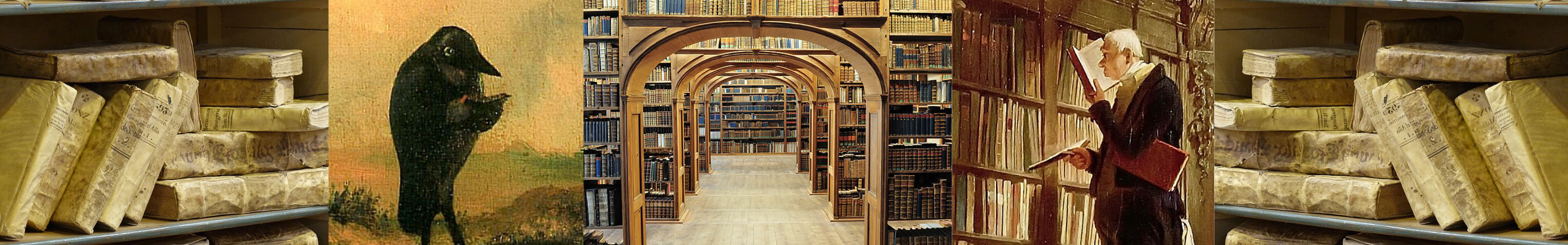 Banner oben mit Fotomotiven aus der Welt der Bücher und des Lesens