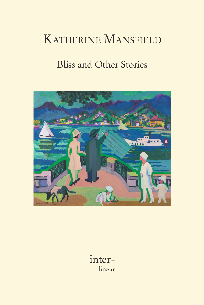 Buchcover von "Bliss and Other Stories" von Katherine Mansfield. - Texte: Prelude 1 There was not an inch of room for Lottie and Kezia in the buggy. When Pat swung them on top of the luggage they wobbled; the grandmother’s lap was full and Linda Burnell could not possibly have held a lump of a child on hers for any distance. Isabel, very superior, was perched beside the new handy-man on the driver’s seat. Hold-alls, bags and boxes were piled upon the floor. “These are absolute necessities that I will not let out of my sight for one instant,” said Linda Burnell, her voice trembling with fatigue and excitement. Lottie and Kezia stood on the patch of lawn just inside the gate all ready for the fray in their coats with brass anchor buttons and little round caps with battleship ribbons. Hand in hand, they stared with round solemn eyes first at the absolute necessities and then at their mother. “We shall simply have to leave them. That is all. We shall simply have to cast them off,” said Linda Burnell. A strange little laugh flew from her lips; she leaned back against the buttoned leather cushions and shut her eyes, her lips trembling with laughter. Happily at that moment Mrs Samuel Josephs, who had been watching the scene from behind her drawing-room blind, waddled down the garden path. “Why nod leave the chudren with be for the afterdoon, Brs Burnell? They could go on the dray with the storeban when he comes in the eveding. Those thigs on the path have to go, dod’t they?” “Yes, everything outside the house is supposed to go,” said Linda Burnell, and she waved a white hand at the tables and chairs standing on their heads on the front lawn. How absurd they looked! Either they ought to be the other way up, or Lottie and Kezia ought to stand on their heads, too. And she longed to say: “Stand on your heads, children, and wait for the store-man.” It seemed to her that would be so exquisitely funny that she could not attend to Mrs Samuel Josephs. The fat creaking body leaned across the gate, and the big jelly of a face smiled. “Dod’t you worry, Brs Burnell. Loddie and Kezia can have tea with by chudren in the dursery, and I’ll see theb on the dray afterwards.” The grandmother considered. “Yes, it really is quite the best plan. We are very obliged to you, Mrs Samuel Josephs. Children, say ‘thank you’ to Mrs Samuel Josephs.” Two subdued chirrups: “Thank you, Mrs Samuel Josephs.” “And be good little girls, and ... come closer ...” they advanced, “don’t forget to tell Mrs Samuel Josephs when you want to ...” “No, granma.” “Dod’t worry, Brs Burnell.” At the last moment Kezia let go Lottie’s hand and darted towards the buggy. “I want to kiss my granma good-bye again.” But she was too late. The buggy rolled off up the road, Isabel bursting with pride, her nose turned up at all the world, Linda Burnell prostrated, and the grandmother rummaging among the very curious oddments she had had put in her black silk reticule at the last moment, for something to give her daughter. The buggy twinkled away in the sunlight and fine golden dust up the hill and over. Kezia bit her lip, but Lottie, carefully finding her handkerchief first, set up a wail. “Mother! Granma!” Mrs Samuel Josephs, like a huge warm black silk tea cosy, enveloped her. “It’s all right, by dear. Be a brave child. You come and blay in the dursery!” She put her arm round weeping Lottie and led her away. Kezia followed, making a face at Mrs Samuel Josephs’ placket, which was undone as usual, with two long pink corset laces hanging out of it ... Lottie’s weeping died down as she mounted the stairs, but the sight of her at the nursery door with swollen eyes and a blob of a nose gave great satisfaction to the S. J.’s, who sat on two benches before a long table covered with American cloth and set out with immense plates of bread and dripping and two brown jugs that faintly steamed. “Hullo! You’ve been crying!” “Ooh! Your eyes have gone right in.” “Doesn’t her nose look funny.” “You’re all red-and-patchy.” Lottie was quite a success. She felt it and swelled, smiling ti­midly. “Go and sit by Zaidee, ducky,” said Mrs Samuel Josephs, “and Kezia, you sid ad the end by Boses.” Moses grinned and gave her a nip as she sat down; but she pretended not to notice. She did hate boys. “Which will you have?” asked Stanley, leaning across the table very politely, and smiling at her. “Which will you have to begin with ... strawberries and cream or bread and dripping?” “Strawberries and cream, please,” said she. “Ah-h-h-h.” How they all laughed and beat the table with their teaspoons. Wasn’t that a take in! Wasn’t it now! Didn’t he fox her! Good old Satan! “Ma! She thought it was real.” Even Mrs Samuel Josephs, pouring out the milk and water, could not help smiling. “You bustn’t tease theb on their last day,” she wheezed. But Kezia bit a big piece out of her bread and dripping, and then stood the piece up on her plate. With the bite out it made a dear little sort of a gate. Pooh! She didn’t care! A tear rolled down her cheek, but she wasn’t crying. She couldn’t have cried in front of those awful Samuel Josephs. She sat with her head bent, and as the tear dripped slowly down, she caught it with a neat little whisk of her tongue and ate it before any of them had seen. 2 After tea Kezia wandered back to their own house. Slowly she walked up the back steps, and through the scullery into the kitchen. Nothing was left in it but a lump of gritty yellow soap in one corner of the kitchen window sill and a piece of flannel stained with a blue bag in another. The fireplace was choked up with rubbish. She poked among it but found nothing except a hair-tidy with a heart painted on it that had belonged to the servant girl. Even that she left lying, and she trailed through the narrow passage into the drawing-room. The Venetian blind was pulled down but not drawn close. Long pencil rays of sunlight shone through and the wavy shadow of a bush outside danced on the gold lines. Now it was still, now it began to flutter again, and now it came almost as far as her feet. Zoom! Zoom! a blue-bottle knocked against the ceiling; the carpet-tacks had little bits of red fluff sticking to them. The dining-room window had a square of coloured glass at each corner. One was blue and one was yellow. Kezia bent down to have one more look at a blue lawn with blue arum lilies growing at the gate, and then at a yellow lawn with yellow lilies and a yellow fence. As she looked a little Chinese Lottie came out on to the lawn and began to dust the tables and chairs with a corner of her pinafore. Was that really Lottie? Kezia was not quite sure until she had looked through the ordinary window. Upstairs in her father’s and mother’s room she found a pill box black and shiny outside and red in, holding a blob of cotton wool. “I could keep a bird’s egg in that,” she decided. In the servant girl’s room there was a stay-button stuck in a crack of the floor, and in another crack some beads and a long needle. She knew there was nothing in her grandmother’s room; she had watched her pack. She went over to the window and leaned against it, pressing her hands against the pane. Kezia liked to stand so before the window. She liked the feeling of the cold shining glass against her hot palms, and she liked to watch the funny white tops that came on her fingers when she pressed them hard against the pane. As she stood there, the day flickered out and dark came. With the dark crept the wind snuffling and howling. The windows of the empty house shook, a creaking came from the walls and floors, a piece of loose iron on the roof banged forlornly. Kezia was suddenly quite, quite still, with wide open eyes and knees pressed together. She was frightened. She wanted to call Lottie and to go on calling all the while she ran downstairs and out of the house. But IT was just behind her, waiting at the door, at the head of the stairs, at the bottom of the stairs, hiding in the passage, ready to dart out at the back door. But Lottie was at the back door, too. “Kezia!” she called cheerfully. “The storeman’s here. Everything is on the dray and three horses, Kezia. Mrs Samuel Josephs has given us a big shawl to wear round us, and she says to button up your coat. She won’t come out because of asthma.” Lottie was very important. “Now then, you kids,” called the storeman. He hooked his big thumbs under their arms and up they swung. Lottie arranged the shawl “most beautifully” and the storeman tucked up their feet in a piece of old blanket. “Lift up. Easy does it.” They might have been a couple of young ponies. The storeman felt over the cords holding his load, unhooked the brakechain from the wheel, and whistling, he swung up beside them. “Keep close to me,” said Lottie, “because otherwise you pull the shawl away from my side, Kezia.” But Kezia edged up to the storeman. He towered beside her big as a giant and he smelled of nuts and new wooden boxes. 3 It was the first time that Lottie and Kezia had ever been out so late. Everything looked different—the painted wooden houses far smaller than they did by day, the gardens far bigger and wilder. Bright stars speckled the sky and the moon hung over the harbour dabbling the waves with gold. They could see the lighthouse shining on Quarantine Island, and the green lights on the old coal hulks. “There comes the Picton boat,” said the storeman, pointing to a little steamer all hung with bright beads. But when they reached the top of the hill and began to go down the other side the harbour disappeared, and although they were still in the town they were quite lost. Other carts rattled past. Everybody knew the storeman. “Night, Fred.” “Night O,” he shouted. Kezia liked very much to hear him. Whenever a cart appeared in the distance she looked up and waited for his voice. He was an old friend; and she and her grandmother had often been to his place to buy grapes. The storeman lived alone in a cottage that had a glasshouse against one wall built by himself. All the glasshouse was spanned and arched over with one beautiful vine. He took her brown basket from her, lined it with three large leaves, and then he felt in his belt for a little horn knife, reached up and snapped off a big blue cluster and laid it on the leaves so tenderly that Kezia held her breath to watch. He was a very big man. He wore brown velvet trousers, and he had a long brown beard. But he never wore a collar, not even on Sunday. The back of his neck was burnt bright red. “Where are we now?” Every few minutes one of the children asked him the question. “Why, this is Hawk Street, or Charlotte Crescent.” “Of course it is,” Lottie pricked up her ears at the last name; she always felt that Charlotte Crescent belonged specially to her. Very few people had streets with the same name as theirs. “Look, Kezia, there is Charlotte Crescent. Doesn’t it look different?” Now everything familiar was left behind. Now the big dray rattled into unknown country, along new roads with high clay banks on either side, up steep, steep hills, down into bushy valleys, through wide shallow rivers. Further and further. Lottie’s head wagged; she drooped, she slipped half into Kezia’s lap and lay there. But Kezia could not open her eyes wide enough. The wind blew and she shivered; but her cheeks and ears burned. “Do stars ever blow about?” she asked. “Not to notice,” said the storeman. “We’ve got a nuncle and a naunt living near our new house,” said Kezia. “They have got two children, Pip, the eldest is called, and the youngest’s name is Rags. He’s got a ram. He has to feed it with a nenamuel teapot and a glove top over the spout. He’s going to show us. What is the difference between a ram and a sheep?” “Well, a ram has horns and runs for you.” Kezia considered. “I don’t want to see it frightfully,” she said. “I hate rushing animals like dogs and parrots. I often dream that animals rush at me—even camels—and while they are rushing, their heads swell e-enormous.” The storeman said nothing. Kezia peered up at him, screwing up her eyes. Then she put her finger out and stroked his sleeve; it felt hairy. “Are we near?” she asked. “Not far off, now,” answered the storeman. “Getting tired?” “Well, I’m not an atom bit sleepy,” said Kezia. “But my eyes keep curling up in such a funny sort of way.” She gave a long sigh, and to stop her eyes from curling she shut them. ... When she opened them again they were clanking through a drive that cut through the garden like a whip lash, looping suddenly an island of green, and behind the island, but out of sight until you came upon it, was the house. It was long and low built, with a pillared verandah and balcony all the way round. The soft white bulk of it lay stretched upon the green garden like a sleeping beast. And now one and now another of the windows leaped into light. Someone was walking through the empty rooms carrying a lamp. From a window downstairs the light of a fire flickered. A strange beautiful excitement seemed to stream from the house in quivering ripples. “Where are we?” said Lottie, sitting up. Her reefer cap was all on one side and on her cheek there was the print of an anchor button she had pressed against while sleeping. Tenderly the storeman lifted her, set her cap straight, and pulled down her crumpled clothes. She stood blinking on the lowest verandah step watching Kezia who seemed to come flying through the air to her feet. “Ooh!” cried Kezia, flinging up her arms. The grandmother came out of the dark hall carrying a little lamp. She was smiling. “You found your way in the dark?” said she. “Perfectly well.” But Lottie staggered on the lowest verandah step like a bird fallen out of the nest. If she stood still for a moment she fell asleep, if she leaned against anything her eyes closed. She could not walk another step. “Kezia,” said the grandmother, “can I trust you to carry the lamp?” “Yes, my granma.” The old woman bent down and gave the bright breathing thing into her hands and then she caught up drunken Lottie. “This way.” Through a square hall filled with bales and hundreds of parrots (but the parrots were only on the wall-paper) down a narrow passage where the parrots persisted in flying past Kezia with her lamp. “Be very quiet,” warned the grandmother, putting down Lottie and opening the dining-room door. “Poor little mother has got such a headache.” Linda Burnell, in a long cane chair, with her feet on a hassock, and a plaid over her knees, lay before a crackling fire. Burnell and Beryl sat at the table in the middle of the room eating a dish of fried chops and drinking tea out of a brown china teapot. Over the back of her mother’s chair leaned Isabel. She had a comb in her fingers and in a gentle absorbed fashion she was combing the curls from her mother’s forehead. Outside the pool of lamp and firelight the room stretched dark and bare to the hollow windows. “Are those the children?” But Linda did not really care; she did not even open her eyes to see. “Put down the lamp, Kezia,” said Aunt Beryl, “or we shall have the house on fire before we are out of the packing cases. More tea, Stanley?” “Well, you might just give me five-eighths of a cup,” said Burnell, leaning across the table. “Have another chop, Beryl. Tip-top meat, isn’t it? Not too lean and not too fat.” He turned to his wife. “You’re sure you won’t change your mind, Linda darling?” “The very thought of it is enough.” She raised one eyebrow in the way she had. The grandmother brought the children bread and milk and they sat up to table, flushed and sleepy behind the wavy steam. “I had meat for my supper,” said Isabel, still combing gently. “I had a whole chop for my supper, the bone and all and Worcester sauce. Didn’t I, father?” “Oh, don’t boast, Isabel,” said Aunt Beryl. Isabel looked astounded. “I wasn’t boasting, was I, Mummy? I never thought of boasting. I thought they would like to know. I only meant to tell them.” “Very well. That’s enough,” said Burnell. He pushed back his plate, took a tooth-pick out of his pocket and began picking his strong white teeth. “You might see that Fred has a bite of something in the kitchen before he goes, will you, mother?” “Yes, Stanley.” The old woman turned to go. “Oh, hold on half a jiffy. I suppose nobody knows where my slippers were put? I suppose I shall not be able to get at them for a month or two ... what?” “Yes,” came from Linda. “In the top of the canvas hold-all marked ‘urgent necessities.’” “Well you might get them for me will you, mother?” “Yes, Stanley.” Burnell got up, stretched himself, and going over to the fire he turned his back to it and lifted up his coat tails. “By Jove, this is a pretty pickle. Eh, Beryl?” Beryl, sipping tea, her elbows on the table, smiled over the cup at him. She wore an unfamiliar pink pinafore; the sleeves of her blouse were rolled up to her shoulders showing her lovely freckled arms, and she had let her hair fall down her back in a long pig-tail. “How long do you think it will take to get straight ... couple of weeks ... eh?” he chaffed. “Good heavens, no,” said Beryl airily. “The worst is over already. The servant girl and I have simply slaved all day, and ever since mother came she has worked like a horse, too. We have never sat down for a moment. We have had a day.” Stanley scented a rebuke. “Well, I suppose you did not expect me to rush away from the office and nail carpets ... did you?” “Certainly not,” laughed Beryl. She put down her cup and ran out of the dining-room. “What the hell does she expect us to do?” asked Stanley. “Sit down and fan herself with a palm leaf fan while I have a gang of professionals to do the job? By Jove, if she can’t do a hand’s turn occasionally without shouting about it in return for ...” And he gloomed as the chops began to fight the tea in his sensitive stomach. But Linda put up a hand and dragged him down to the side of her long chair. “This is a wretched time for you, old boy,” she said. Her cheeks were very white but she smiled and curled her fingers into the big red hand she held. Burnell became quiet. Suddenly he began to whistle: “Pure as a lily, joyous and free” ... a good sign. “Think you’re going to like it?” he asked. “I don’t want to tell you, but I think I ought to, mother,” said Isabel. “Kezia is drinking tea out of Aunt Beryl’s cup.” 4 They were taken off to bed by the grandmother. She went first with a candle; the stairs rang to their climbing feet. Isabel and Lottie lay in a room to themselves, Kezia curled in her grandmother’s soft bed. “Aren’t there going to be any sheets, my granma?” “No, not to-night.” “It’s tickly,” said Kezia, “but it’s like Indians.” She dragged her grandmother down to her and kissed her under the chin. “Come to bed soon and be my Indian brave.” “What a silly you are,” said the old woman, tucking her in as she loved to be tucked. “Aren’t you going to leave me a candle?” “No. Sh—h. Go to sleep.” “Well, can I have the door left open?” She rolled herself up into a round but she did not go to sleep. From all over the house came the sound of steps. The house itself creaked and popped. Loud whispering voices came from downstairs. Once she heard Aunt Beryl’s rush of high laughter, and once she heard a loud trumpeting from Burnell blowing his nose. Outside the window hundreds of black cats with yellow eyes sat in the sky watching her ... but she was not frightened. Lottie was saying to Isabel: “I’m going to say my prayers in bed to-night.” “No you can’t, Lottie.” Isabel was very firm. “God only excuses you saying your prayers in bed if you’ve got a temperature.” So Lottie yielded: “Gentle Jesus meek anmile, Look pon a little chile. Pity me, simple Lizzie Suffer me to come to thee.” And then they lay down back to back, their little behinds just touching, and fell asleep. Standing in a pool of moonlight Beryl Fairfield undressed herself. She was tired, but she pretended to be more tired than she really was ... letting her clothes fall, pushing back with a languid gesture her warm, heavy hair. “Oh, how tired I am ... very tired.” She shut her eyes a moment, but her lips smiled. Her breath rose and fell in her breast like two fanning wings. The window was wide open; it was warm, and somewhere out there in the garden a young man, dark and slender, with mocking eyes, tip-toed among the bushes, and gathered the flowers into a big bouquet, and slipped under her window and held it up to her. She saw herself bending forward. He thrust his head among the bright waxy flowers, sly and laughing. “No, no,” said Beryl. She turned from the window and dropped her nightgown over her head. “How frightfully unreasonable Stanley is sometimes,” she thought, buttoning. And then, as she lay down, there came the old thought, the cruel thought ... ah, if only she had money of her own. A young man, immensely rich, has just arrived from England. He meets her quite by chance. ... The new governor is unmarried ... . There is a ball at Government house ... Who is that exquisite creature in eau de nil satin? Beryl Fairfield ... “The thing that pleases me,” said Stanley, leaning against the side of the bed and giving himself a good scratch on his shoulders and back before turning in, “is that I’ve got the place dirt cheap, Linda. I was talking about it to little Wally Bell to-day and he said he simply could not understand why they had accepted my figure. You see land about here is bound to become more and more valuable ... in about ten years’ time ... of course we shall have to go very slow and cut down expenses as fine as possible. Not asleep ... are you?” “No, dear, I’ve heard every word,” said Linda. He sprang into bed, leaned over her and blew out the candle. “Good night, Mr Business Man,” said she, and she took hold of his head by the ears and gave him a quick kiss. Her faint far-away voice seemed to come from a deep well. “Good night, darling.” He slipped his arm under her neck and drew her to him. “Yes, clasp me,” said the faint voice from the deep well. — Pat the handy man sprawled in his little room behind the kitchen. His sponge-bag, coat and trousers hung from the door-peg like a hanged man. From the edge of the blanket his twisted toes protruded, and on the floor beside him there was an empty cane birdcage. He looked like a comic picture. “Honk, honk,” came from the servant girl. She had adenoids. Last to go to bed was the grandmother. “What. Not asleep yet?” “No, I’m waiting for you,” said Kezia. The old woman sighed and lay down beside her. Kezia thrust her head under the grandmother’s arm and gave a little squeak. But the old woman only pressed her faintly, and sighed again, took out her teeth, and put them in a glass of water beside her on the floor. In the garden some tiny owls, perched on the branches of a lace-bark tree, called: “More pork; more pork.” And far away in the bush there sounded a harsh rapid chatter: “Ha-ha-ha ... Ha-ha-ha.” 5 Dawn came sharp and chill with red clouds on a faint green sky and drops of water on every leaf and blade. A breeze blew over the garden, dropping dew and dropping petals, shivered over the drenched paddocks, and was lost in the sombre bush. In the sky some tiny stars floated for a moment and then they were gone ... they were dissolved like bubbles. And plain to be heard in the early quiet was the sound of the creek in the paddock running over the brown stones, running in and out of the sandy hollows, hiding under clumps of dark berry bushes, spilling into a swamp of yellow water flowers and cresses. And then at the first beam of sun the birds began. Big cheeky birds, starlings and mynahs, whistled on the lawns, the little birds, the goldfinches and linnets and fan-tails flicked from bough to bough. A lovely kingfisher perched on the paddock fence preening his rich beauty, and a tui sang his three notes and laughed and sang them again. “How loud the birds are,” said Linda in her dream. She was walking with her father through a green paddock sprinkled with daisies. Suddenly he bent down and parted the grasses and showed her a tiny ball of fluff just at her feet. “Oh, Papa, the darling.” She made a cup of her hands and caught the tiny bird and stroked its head with her finger. It was quite tame. But a funny thing happened. As she stroked it began to swell, it ruffled and pouched, it grew bigger and bigger and its round eyes seemed to smile knowingly at her. Now her arms were hardly wide enough to hold it and she dropped it into her apron. It had become a baby with a big naked head and a gaping bird-mouth, opening and shutting. Her father broke into a loud clattering laugh and she woke to see Burnell standing by the windows rattling the Venetian blind up to the very top. “Hullo,” he said. “Didn’t wake you, did I? Nothing much wrong with the weather this morning.” He was enormously pleased. Weather like this set a final seal on his bargain. He felt, somehow, that he had bought the lovely day, too ... got it chucked in dirt cheap with the house and ground. He dashed off to his bath and Linda turned over and raised herself on one elbow to see the room by daylight. All the furniture had found a place ... all the old paraphernalia ... as she expressed it. Even the photographs were on the mantelpiece and the medicine bottles on the shelf above the wash-stand. Her clothes lay across a chair ... her outdoor things, a purple cape and a round hat with a plume in it. Looking at them she wished that she was going away from this house, too. And she saw herself driving away from them all in a little buggy, driving away from everybody and not even waving. Back came Stanley girt with a towel, glowing and slapping his thighs. He pitched the wet towel on top of her hat and cape, and standing firm in the exact centre of a square of sunlight he began to do his exercises. Deep breathing, bending and squatting like a frog and shooting out his legs. He was so delighted with his firm, obedient body that he hit himself on the chest and gave a loud “Ah.” But this amazing vigour seemed to set him worlds away from Linda. She lay on the white tumbled bed and watched him as if from the clouds. “Oh, damn! Oh, blast!” said Stanley, who had butted into a crisp white shirt only to find that some idiot had fastened the neckband and he was caught. He stalked over to Linda waving his arms. “You look like a big fat turkey,” said she. “Fat. I like that,” said Stanley. “I haven’t a square inch of fat on me. Feel that.” “It’s rock ... it’s iron,” mocked she. “You’d be surprised,” said Stanley, as though this were intensely interesting, “at the number of chaps at the club who have got a corporation. Young chaps, you know ... men of my age.” He began parting his bushy ginger hair, his blue eyes fixed and round in the glass, his knees bent, because the dressing table was always—confound it—a bit too low for him. “Little Wally Bell, for instance,” and he straightened, describing upon himself an enormous curve with the hairbrush. “I must say I’ve a perfect horror ...” “My dear, don’t worry. You’ll never be fat. You are far too energetic.” “Yes, yes, I suppose that’s true,” said he, comforted for the hundredth time, and taking a pearl pen-knife out of his pocket he began to pare his nails. “Breakfast, Stanley.” Beryl was at the door. “Oh, Linda, mother says you are not to get up yet.” She popped her head in at the door. She had a big piece of syringa stuck through her hair. “Everything we left on the verandah last night is simply sopping this morning. You should see poor dear mother wringing out the tables and the chairs. However, there is no harm done ...” this with the faintest glance at Stanley. “Have you told Pat to have the buggy round in time? It’s a good six and a half miles to the office.” “I can imagine what this early start for the office will be like,” thought Linda. “It will be very high pressure indeed.” “Pat, Pat.” She heard the servant girl calling. But Pat was evidently hard to find; the silly voice went baa—baaing through the garden. Linda did not rest again until the final slam of the front door told her that Stanley was really gone. Later she heard her children playing in the garden. Lottie’s stolid, compact little voice cried: “Ke—zia. Isa—bel.” She was always getting lost or losing people only to find them again, to her great surprise, round the next tree or the next corner. “Oh, there you are after all.” They had been turned out after breakfast and told not to come back to the house until they were called. Isabel wheeled a neat pramload of prim dolls and Lottie was allowed for a great treat to walk beside her holding the doll’s parasol over the face of the wax one. “Where are you going to, Kezia?” asked Isabel, who longed to find some light and menial duty that Kezia might perform and so be roped in under her government. “Oh, just away,” said Kezia ... Then she did not hear them any more. What a glare there was in the room. She hated blinds pulled up to the top at any time, but in the morning it was intolerable. She turned over to the wall and idly, with one finger, she traced a poppy on the wall-paper with a leaf and a stem and a fat bursting bud. In the quiet, and under her tracing finger, the poppy seemed to come alive. She could feel the sticky, silky petals, the stem, hairy like a gooseberry skin, the rough leaf and the tight glazed bud. Things had a habit of coming alive like that. Not only large substantial things like furniture, but curtains and the patterns of stuffs and the fringes of quilts and cushions. How often she had seen the tassel fringe of her quilt change into a funny procession of dancers with priests attending ... For there were some tassels that did not dance at all but walked stately, bent forward as if praying or chanting. How often the medicine bottles had turned into a row of little men with brown top-hats on; and the washstand jug had a way of sitting in the basin like a fat bird in a round nest. “I dreamed about birds last night,” thought Linda. What was it? She had forgotten. But the strangest part of this coming alive of things was what they did. They listened, they seemed to swell out with some mysterious important content, and when they were full she felt that they smiled. But it was not for her, only, their sly secret smile; they were members of a secret society and they smiled among themselves. Sometimes, when she had fallen asleep in the daytime, she woke and could not lift a finger, could not even turn her eyes to left or right because THEY were there; sometimes when she went out of a room and left it empty, she knew as she clicked the door to that THEY were filling it. And there were times in the evenings when she was upstairs, perhaps, and everybody else was down, when she could hardly escape from them. Then she could not hurry, she could not hum a tune; if she tried to say ever so carelessly—“Bother that old thimble”—THEY were not deceived. THEY knew how frightened she was; THEY saw how she turned her head away as she passed the mirror. What Linda always felt was that THEY wanted something of her, and she knew that if she gave herself up and was quiet, more than quiet, silent, motionless, something would really happen. “It’s very quiet now,” she thought. She opened her eyes wide, and she heard the silence spinning its soft endless web. How lightly she breathed; she scarcely had to breathe at all. Yes, everything had come alive down to the minutest, tiniest particle, and she did not feel her bed, she floated, held up in the air. Only she seemed to be listening with her wide open watchful eyes, waiting for someone to come who just did not come, watching for something to happen that just did not happen. 6 In the kitchen at the long deal table under the two windows old Mrs Fairfield was washing the breakfast dishes. The kitchen window looked out on to a big grass patch that led down to the vegetable garden and the rhubarb beds. On one side the grass patch was bordered by the scullery and wash-house and over this whitewashed lean-to there grew a knotted vine. She had noticed yesterday that a few tiny corkscrew tendrils had come right through some cracks in the scullery ceiling and all the windows of the lean-to had a thick frill of ruffled green. “I am very fond of a grape vine,” declared Mrs Fairfield, “but I do not think that the grapes will ripen here. It takes Australian sun.” And she remembered how Beryl when she was a baby had been picking some white grapes from the vine on the back verandah of their Tasmanian house and she had been stung on the leg by a huge red ant. She saw Beryl in a little plaid dress with red ribbon tie-ups on the shoulders screaming so dreadfully that half the street rushed in. And how the child’s leg had swelled! “T—t— t—t!” Mrs Fairfield caught her breath remembering. “Poor child, how terrifying it was.” And she set her lips tight and went over to the stove for some more hot water. The water frothed up in the big soapy bowl with pink and blue bubbles on top of the foam. Old Mrs Fairfield’s arms were bare to the elbow and stained a bright pink. She wore a grey foulard dress patterned with large purple pansies, a white linen apron and a high cap shaped like a jelly mould of white muslin. At her throat there was a silver crescent moon with five little owls seated on it, and round her neck she wore a watch guard made of black beads. It was hard to believe that she had not been in that kitchen for years; she was so much a part of it. She put the crocks away with a sure, precise touch, moving leisurely and ample from the stove to the dresser, looking into the pantry and the larder as though there were not an unfamiliar comer. When she had finished, everything in the kitchen had become part of a series of patterns. She stood in the middle of the room wiping her hands on a check cloth; a smile beamed on her lips; she thought it looked very nice, very satisfactory. “Mother! Mother! Are you there?” called Beryl. “Yes, dear. Do you want me?” “No. I’m coming,” and Beryl rushed in, very flushed, dragging with her two big pictures. “Mother, whatever can I do with these awful hideous Chinese paintings that Chung Wah gave Stanley when he went bankrupt? It’s absurd to say that they are valuable, because they were hanging in Chung Wah’s fruit shop for months before. I can’t make out why Stanley wants them kept. I’m sure he thinks them just as hideous as we do, but it’s because of the frames,” she said spitefully. “I suppose he thinks the frames might fetch something some day or other.” “Why don’t you hang them in the passage?” suggested Mrs Fairfield; “they would not be much seen there.” “I can’t. There is no room. I’ve hung all the photographs of his office there before and after building, and the signed photos of his business friends, and that awful enlargement of Isabel lying on the mat in her singlet.” Her angry glance swept the placid kitchen. “I know what I’ll do. I’ll hang them here. I will tell Stanley they got a little damp in the moving so I have put them in here for the time being.” She dragged a chair forward, jumped on it, took a hammer and a big nail out of her pinafore pocket and banged away. “There! That is enough! Hand me the picture, mother.” “One moment, child.” Her mother was wiping over the carved ebony frame. “Oh, mother, really you need not dust them. It would take years to dust all those little holes.” And she frowned at the top of her mother’s head and bit her lip with impatience. Mother’s deliberate way of doing things was simply maddening. It was old age, she supposed, loftily. At last the two pictures were hung side by side. She jumped off the chair, stowing away the little hammer. “They don’t look so bad there, do they?” said she. “And at any rate nobody need gaze at them except Pat and the servant girl— have I got a spider’s web on my face, mother? I’ve been poking into that cupboard under the stairs and now something keeps tickling my nose.” But before Mrs Fairfield had time to look Beryl had turned away. Someone tapped on the window: Linda was there, nodding and smiling. They heard the latch of the scullery door lift and she came in. She had no hat on; her hair stood up on her head in curling rings and she was wrapped up in an old cashmere shawl. “I’m so hungry,” said Linda: “where can I get something to eat, mother? This is the first time I’ve been in the kitchen. It says ‘mother’ all over; everything is in pairs.” “I will make you some tea,” said Mrs Fairfield, spreading a clean napkin over a corner of the table, “and Beryl can have a cup with you.” “Beryl, do you want half my gingerbread?” Linda waved the knife at her. “Beryl, do you like the house now that we are here?” “Oh yes, I like the house immensely and the garden is beautiful, but it feels very far away from everything to me. I can’t imagine people coming out from town to see us in that dreadful jolting bus, and I am sure there is not anyone here to come and call. Of course it does not matter to you because ...” “But there’s the buggy,” said Linda. “Pat can drive you into town whenever you like.” That was a consolation, certainly, but there was something at the back of Beryl’s mind, something she did not even put into words for herself. “Oh, well, at any rate it won’t kill us,” she said dryly, putting down her empty cup and standing up and stretching. “I am going to hang curtains.” And she ran away singing: “How many thousand birds I see That sing aloud from every tree ... ... birds I see That sing aloud from every tree ...” But when she reached the dining-room she stopped singing, her face changed; it became gloomy and sullen. “One may as well rot here as anywhere else,” she muttered savagely, digging the stiff brass safety-pins into the red serge curtains. The two left in the kitchen were quiet for a little. Linda leaned her cheek on her fingers and watched her mother. She thought her mother looked wonderfully beautiful with her back to the leafy window. There was something comforting in the sight of her that Linda felt she could never do without. She needed the sweet smell of her flesh, and the soft feel of her cheeks and her arms and shoulders still softer. She loved the way her hair curled, silver at her forehead, lighter at her neck, and bright brown still in the big coil under the muslin cap. Exquisite were her mother’s hands, and the two rings she wore seemed to melt into her creamy skin. And she was always so fresh, so delicious. The old woman could bear nothing but linen next to her body and she bathed in cold water winter and summer. “Isn’t there anything for me to do?” asked Linda. “No, darling. I wish you would go into the garden and give an eye to your children; but that I know you will not do.” “Of course I will, but you know Isabel is much more grown up than any of us.” “Yes, but Kezia is not,” said Mrs Fairfield. “Oh, Kezia has been tossed by a bull hours ago,” said Linda, winding herself up in her shawl again. But no, Kezia had seen a bull through a hole in a knot of wood in the paling that separated the tennis lawn from the paddock. But she had not liked the bull frightfully, so she had walked away back through the orchard, up the grassy slope, along the path by the lace-bark tree and so into the spread tangled garden. She did not believe that she would ever not get lost in this garden. Twice she had found her way back to the big iron gates they had driven through the night before, and then had turned to walk up the drive that led to the house, but there were so many little paths on either side. On one side they all led into a tangle of tall dark trees and strange bushes with flat velvet leaves and feathery cream flowers that buzzed with flies when you shook them ... this was the frightening side, and no garden at all. The little paths here were wet and clayey with tree roots spanned across them like the marks of big fowls’ feet. But on the other side of the drive there was a high box border and the paths had box edges and all of them led into a deeper and deeper tangle of flowers. The camellias were in bloom, white and crimson and pink and white striped with flashing leaves. You could not see a leaf on the syringa bushes for the white clusters. The roses were in flower ... gentlemen’s button-hole roses, little white ones, but far too full of insects to hold under anyone’s nose, pink monthly roses with a ring of fallen petals round the bushes, cabbage roses on thick stalks, moss roses, always in bud, pink smooth beauties opening curl on curl, red ones so dark they seemed to turn black as they fell, and a certain exquisite cream kind with a slender red stem and bright scarlet leaves. There were clumps of fairy bells, and all kinds of geraniums, and there were little trees of verbena and bluish lavender bushes and a bed of pelagoniums with velvet eyes and leaves like moths’ wings. There was a bed of nothing but mignonette and another of nothing but pansies ... borders of double and single daisies and all kinds of little tufty plants she had never seen before. The red-hot pokers were taller than she; the Japanese sunflowers grew in a tiny jungle. She sat down on one of the box borders. By pressing hard at first it made a nice seat. But how dusty it was inside! Kezia bent down to look and sneezed and rubbed her nose. And then she found herself at the top of the rolling grassy slope that led down to the orchard ... She looked down at the slope a moment; then she lay down on her back, gave a squeak and rolled over and over into the thick flowery orchard grass. As she lay waiting for things to stop spinning, she decided to go up to the house and ask the servant girl for an empty match-box. She wanted to make a surprise for the grandmother ... First she would put a leaf inside with a big violet lying on it, then she would put a very small white picotee, perhaps, on each side of the violet, and then she would sprinkle some lavender on the top, but not to cover their heads. She often made these surprises for the grandmother, and they were always most successful. “Do you want a match, my granny?” “Why, yes, child, I believe a match is just what I’m looking for.” The grandmother slowly opened the box and came upon the picture inside. “Good gracious, child! How you astonished me!” “I can make her one every day here,” she thought, scrambling up the grass on her slippery shoes. But on her way back to the house she came to that island that lay in the middle of the drive, dividing the drive into two arms that met in front of the house. The island was made of grass banked up high. Nothing grew on the top except one huge plant with thick, grey-green, thorny leaves, and out of the middle there sprang up a tall stout stem. Some of the leaves of the plant were so old that they curled up in the air no longer; they turned back, they were split and broken; some of them lay flat and withered on the ground. Whatever could it be? She had never seen anything like it before. She stood and stared. And then she saw her mother coming down the path. “Mother, what is it?” asked Kezia. Linda looked up at the fat swelling plant with its cruel leaves and fleshy stem. High above them, as though becalmed in the air, and yet holding so fast to the earth it grew from, it might have had claws instead of roots. The curving leaves seemed to be hiding something; the blind stem cut into the air as if no wind could ever shake it. “That is an aloe, Kezia,” said her mother. “Does it ever have any flowers?” “Yes, Kezia,” and Linda smiled down at her, and half shut her eyes. “Once every hundred years.” 7 On his way home from the office Stanley Burnell stopped the buggy at the Bodega, got out and bought a large bottle of oysters. At the Chinaman’s shop next door he bought a pineapple in the pink of condition, and noticing a basket of fresh black cherries he told John to put him a pound of those as well. The oysters and the pine he stowed away in the box under the front seat, but the cherries he kept in his hand. Pat, the handy-man, leapt off the box and tucked him up again in the brown rug. “Lift yer feet, Mr Burnell, while I give yer a fold under,” said he. “Right! Right! First-rate!” said Stanley. “You can make straight for home now.” Pat gave the grey mare a touch and the buggy sprang forward. “I believe this man is a first-rate chap,” thought Stanley. He liked the look of him sitting up there in his neat brown coat and brown bowler. He liked the way Pat had tucked him in, and he liked his eyes. There was nothing servile about him—and if there was one thing he hated more than another it was servility. And he looked as if he was pleased with his job ... happy and contented already. The grey mare went very well; Burnell was impatient to be out of the town. He wanted to be home. Ah, it was splendid to live in the country ... to get right out of that hole of a town once the office was closed; and this drive in the fresh warm air, knowing all the while that his own house was at the other end, with its garden and paddocks, its three tip-top cows and enough fowls and ducks to keep them in poultry, was splendid too. As they left the town finally and bowled away up the deserted road his heart beat hard for joy. He rooted in the bag and began to eat the cherries, three or four at a time, chucking the stones over the side of the buggy. They were delicious, so plump and cold, without a spot or a bruise on them. Look at those two, now—black one side and white the other—perfect! A perfect little pair of Siamese twins. And he stuck them in his button-hole ... By Jove, he wouldn’t mind giving that chap up there a handful ... but no, better not. Better wait until he had been with him a bit longer. He began to plan what he would do with his Saturday afternoons and his Sundays. He wouldn’t go to the club for lunch on Saturday. No, cut away from the office as soon as possible and get them to give him a couple of slices of cold meat and half a lettuce when he got home. And then he’d get a few chaps out from town to play tennis in the afternoon. Not too many ... three at most. Beryl was a good player, too ... He stretched out his right arm and slowly bent it, feeling the muscle ... A bath, a good rub-down, a cigar on the verandah after dinner ... On Sunday morning they would go to church ... children and all. Which reminded him that he must hire a pew, in the sun if possible and well forward so as to be out of the draught from the door. In fancy he heard himself intoning extremely well: “When thou did overcome the Sharpness of Death Thou didst open the Kingdom of Heaven to all Believers.” And he saw the neat brass-edged card on the corner of the pew—Mr Stanley Burnell and family ... The rest of the day he’d loaf about with Linda ... Now they were walking about the garden; she was on his arm, and he was explaining to her at length what he intended doing at the office the week following. He heard her saying: “My dear, I think that is most wise.” ... Talking things over with Linda was a wonderful help even though they were apt to drift away from the point. Hang it all! They weren’t getting along very fast. Pat had put the brake on again. Ugh! What a brute of a thing it was. He could feel it in the pit of his stomach. A sort of panic overtook Burnell whenever he approached near home. Before he was well inside the gate he would shout to anyone within sight: “Is everything all right?” And then he did not believe it was until he heard Linda say: “Hullo! Are you home again?” That was the worst of living in the country—it took the deuce of a long time to get back ... But now they weren’t far off. They were on the top of the last hill; it was a gentle slope all the way now and not more than half a mile. Pat trailed the whip over the mare’s back and he coaxed her: “Goop now. Goop now.” It wanted a few minutes to sunset. Everything stood motionless bathed in bright, metallic light and from the paddocks on either side there streamed the milky scent of ripe grass. The iron gates were open. They dashed through and up the drive and round the island, stopping at the exact middle of the verandah. “Did she satisfy yer, Sir?” said Pat, getting off the box and grinning at his master. “Very well indeed, Pat,” said Stanley. Linda came out of the glass door; her voice rang in the shadowy quiet. “Hullo! Are you home again?” At the sound of her his heart beat so hard that he could hardly stop himself dashing up the steps and catching her in his arms. “Yes, I’m home again. Is everything all right?” Pat began to lead the buggy round to the side gate that opened into the courtyard. “Here, half a moment,” said Burnell. “Hand me those two parcels.” And he said to Linda, “I’ve brought you back a bottle of oysters and a pineapple,” as though he had brought her back all the harvest of the earth. They went into the hall; Linda carried the oysters in one hand and the pineapple in the other. Burnell shut the glass door, threw his hat down, put his arms round her and strained her to him, kissing the top of her head, her ears, her lips, her eyes. “Oh, dear! Oh, dear!” said she. “Wait a moment. Let me put down these silly things,” and she put the bottle of oysters and the pine on a little carved chair. “What have you got in your button-hole— cherries?” She took them out and hung them over his ear. “Don’t do that, darling. They are for you.” So she took them off his ear again. “You don’t mind if I save them. They’d spoil my appetite for dinner. Come and see your children. They are having tea.” The lamp was lighted on the nursery table. Mrs Fairfield was cutting and spreading bread and butter. The three little girls sat up to table wearing large bibs embroidered with their names. They wiped their mouths as their father came in ready to be kissed. The windows were open; a jar of wild flowers stood on the mantelpiece, and the lamp made a big soft bubble of light on the ceiling. “You seem pretty snug, mother,” said Burnell, blinking at the light. Isabel and Lottie sat one on either side of the table, Kezia at the bottom ... the place at the top was empty. “That’s where my boy ought to sit,” thought Stanley. He tightened his arm round Linda’s shoulder. By God, he was a perfect fool to feel as happy as this! “We are, Stanley. We are very snug,” said Mrs Fairfield, cutting Kezia’s bread into fingers. “Like it better than town ... eh, children?” asked Burnell. “Oh, yes,” said the three little girls, and Isabel added as an afterthought: “Thank you very much indeed, father dear.” “Come upstairs,” said Linda. “I’ll bring your slippers.” But the stairs were too narrow for them to go up arm in arm. It was quite dark in the room. He heard her ring tapping on the marble mantelpiece as she felt for the matches. “I’ve got some, darling. I’ll light the candles.” But instead he came up behind her and again he put his arms round her and pressed her head into his shoulder. “I’m so confoundedly happy,” he said. “Are you?” She turned and put her hands on his breast and looked up at him. “I don’t know what has come over me,” he protested. It was quite dark outside now and heavy dew was falling. When Linda shut the window the cold dew touched her finger tips. Far away a dog barked. “I believe there is going to be a moon,” she said. At the words, and with the cold wet dew on her fingers, she felt as though the moon had risen ... that she was being strangely discovered in a flood of cold light. She shivered; she came away from the window and sat down upon the box ottoman beside Stanley. In the dining-room, by the flicker of a wood fire, Beryl sat on a hassock playing the guitar. She had bathed and changed all her clothes. Now she wore a white muslin dress with black spots on it and in her hair she had pinned a black silk rose. “Nature has gone to her rest, love, See, we are alone. Give me your hand to press, love, Lightly within my own.” She played and sang half to herself, for she was watching herself playing and singing. The firelight gleamed on her shoes, on the ruddy belly of the guitar, and on her white fingers ... “If I were outside the window and looked in and saw myself I really would be rather struck,” thought she. Still more softly she played the accompaniment—not singing now but listening. ... “The first time that I ever saw you, little girl—oh, you had no idea that you were not alone—you were sitting with your little feet upon a hassock, playing the guitar. God, I can never forget ...” Beryl flung up her head and began to sing again: “Even the moon is aweary ...” But there came a loud bang at the door. The servant girl’s crimson face popped through. “Please, Miss Beryl, I’ve got to come and lay.” “Certainly, Alice,” said Beryl, in a voice of ice. She put the guitar in a corner. Alice lunged in with a heavy black iron tray. “Well, I have had a job with that oving,” said she. “I can’t get nothing to brown.” “Really!” said Beryl. But no, she could not stand that fool of a girl. She ran into the dark drawing-room and began walking up and down ... Oh, she was restless, restless. There was a mirror over the mantel. She leaned her arms along and looked at her pale shadow in it. How beautiful she looked, but there was nobody to see, nobody. “Why must you suffer so?” said the face in the mirror. “You were not made for suffering ... Smile!” Beryl smiled, and really her smile was so adorable that she smiled again—but this time because she could not help it. 8 “Good morning, Mrs Jones.” “Oh, good morning, Mrs Smith. I’m so glad to see you. Have you brought your children?” “Yes, I’ve brought both my twins. I have had another baby since I saw you last, but she came so suddenly that I haven’t had time to make her any clothes, yet. So I left her ... How is your husband?” “Oh, he is very well, thank you. At least he had a nawful cold but Queen Victoria—she’s my godmother, you know—sent him a case of pineapples and that cured it im—mediately. Is that your new servant?” “Yes, her name’s Gwen. I’ve only had her two days. Oh, Gwen, this is my friend, Mrs Smith.” “Good morning, Mrs Smith. Dinner won’t be ready for about ten minutes.” “I don’t think you ought to introduce me to the servant. I think I ought to just begin talking to her.” “Well, she’s more of a lady-help than a servant and you do introduce lady-helps, I know, because Mrs Samuel Josephs had one.” “Oh, well, it doesn’t matter,” said the servant, carelessly, beating up a chocolate custard with half a broken clothes peg. The dinner was baking beautifully on a concrete step. She began to lay the cloth on a pink garden seat. In front of each person she put two geranium leaf plates, a pine needle fork and a twig knife. There were three daisy heads on a laurel leaf for poached eggs, some slices of fuchsia petal cold beef, some lovely little rissoles made of earth and water and dandelion seeds, and the chocolate custard which she had decided to serve in the pawa shell she had cooked it in. “You needn’t trouble about my children,” said Mrs Smith graciously. “If you’ll just take this bottle and fill it at the tap—I mean at the dairy.” “Oh, all right,” said Gwen, and she whispered to Mrs Jones: “Shall I go and ask Alice for a little bit of real milk?” But someone called from the front of the house and the luncheon party melted away, leaving the charming table, leaving the rissoles and the poached eggs to the ants and to an old snail who pushed his quivering horns over the edge of the garden seat and began to nibble a geranium plate. “Come round to the front, children. Pip and Rags have come.” The Trout boys were the cousins Kezia had mentioned to the storeman. They lived about a mile away in a house called Monkey Tree Cottage. Pip was tall for his age, with lank black hair and a white face, but Rags was very small and so thin that when he was undressed his shoulder blades stuck out like two little wings. They had a mongrel dog with pale blue eyes and a long tail turned up at the end who followed them everywhere; he was called Snooker. They spent half their time combing and brushing Snooker and dosing him with various awful mixtures concocted by Pip, and kept secretly by him in a broken jug covered with an old kettle lid. Even faithful little Rags was not allowed to know the full secret of these mixtures ... Take some carbolic tooth powder and a pinch of sulphur powdered up fine, and perhaps a bit of starch to stiffen up Snooker’s coat ... But that was not all; Rags privately thought that the rest was gun-powder ... And he never was allowed to help with the mixing because of the danger ... “Why if a spot of this flew in your eye, you would be blinded for life,” Pip would say, stirring the mixture with an iron spoon. “And there’s always the chance—just the chance, mind you—of it exploding if you whack it hard enough ... Two spoons of this in a kerosene tin will be enough to kill thousands of fleas.” But Snooker spent all his spare time biting and snuffling, and he stank abominably. “It’s because he is such a grand fighting dog,” Pip would say. “All fighting dogs smell.” The Trout boys had often spent the day with the Burnells in town, but now that they lived in this fine house and boncer garden they were inclined to be very friendly. Besides, both of them liked playing with girls—Pip, because he could fox them so, and because Lottie was so easily frightened, and Rags for a shameful reason: He adored dolls. How he would look at a doll as it lay asleep, speaking in a whisper and smiling timidly, and what a treat it was to him to be allowed to hold one ... “Curve your arms round her. Don’t keep them stiff like that. You’ll drop her,” Isabel would say sternly. Now they were standing on the verandah and holding back Snooker who wanted to go into the house but wasn’t allowed to because Aunt Linda hated decent dogs. “We came over in the bus with Mum,” they said, “and we’re going to spend the afternoon with you. We brought over a batch of our gingerbread for Aunt Linda. Our Minnie made it. It’s all over nuts.” “I skinned the almonds,” said Pip. “I just stuck my hand into a saucepan of boiling water and grabbed them out and gave them a kind of pinch and the nuts flew out of the skins, some of them as high as the ceiling. Didn’t they, Rags?” Rags nodded. “When they make cakes at our place,” said Pip, “we always stay in the kitchen, Rags and me, and I get the bowl and he gets the spoon and the egg beater. Sponge cake’s best. It’s all frothy stuff, then.” He ran down the verandah steps to the lawn, planted his hands on the grass, bent forward, and just did not stand on his head. “That lawn’s all bumpy,” he said. “You have to have a flat place for standing on your head. I can walk round the monkey tree on my head at our place. Can’t I, Rags?” “Nearly,” said Rags faintly. “Stand on your head on the verandah. That’s quite flat,” said Kezia. “No, smarty,” said Pip. “You have to do it on something soft. Because if you give a jerk and fall over, something in your neck goes click, and it breaks off. Dad told me.” “Oh, do let’s play something,” said Kezia. “Very well,” said Isabel quickly, “we’ll play hospitals. I will be the nurse and Pip can be the doctor and you and Lottie and Rags can be the sick people.” Lottie didn’t want to play that, because last time Pip had squeezed something down her throat and it hurt awfully. “Pooh,” scoffed Pip. “It was only the juice out of a bit of mandarin peel.” “Well, let’s play ladies,” said Isabel. “Pip can be the father and you can be all our dear little children.” “I hate playing ladies,” said Kezia. “You always make us go to church hand in hand and come home and go to bed.” Suddenly Pip took a filthy handkerchief out of his pocket. “Snooker! Here, sir,” he called. But Snooker, as usual, tried to sneak away, his tail between his legs. Pip leapt on top of him, and pressed him between his knees. “Keep his head firm, Rags,” he said, and he tied the handkerchief round Snooker’s head with a funny knot sticking up at the top. “Whatever is that for?” asked Lottie. “It’s to train his ears to grow more close to his head ... see?” said Pip. “All fighting dogs have ears that lie back. But Snooker’s ears are a bit too soft.” “I know,” said Kezia. “They are always turning inside out. I hate that.” Snooker lay down, made one feeble effort with his paw to get the handkerchief off, but finding he could not, trailed after the children, shivering with misery. 9 Pat came swinging along; in his hand he held a little tomahawk that winked in the sun. “Come with me,” he said to the children, “and I’ll show you how the kings of Ireland chop the head off a duck.” They drew back ... they didn’t believe him, and besides, the Trout boys had never seen Pat before. “Come on now,” he coaxed, smiling and holding out his hand to Kezia. “Is it a real duck’s head? One from the paddock?” “It is,” said Pat. She put her hand in his hard dry one, and he stuck the tomahawk in his belt and held out the other to Rags. He loved little children. “I’d better keep hold of Snooker’s head if there’s going to be any blood about,” said Pip, “because the sight of blood makes him awfully wild.” He ran ahead dragging Snooker by the handkerchief. “Do you think we ought to go?” whispered Isabel. “We haven’t asked or anything. Have we?” At the bottom of the orchard a gate was set in the paling fence. On the other side a steep bank led down to a bridge that spanned the creek, and once up the bank on the other side you were on the fringe of the paddocks. A little old stable in the first paddock had been turned into a fowl house. The fowls had strayed far away across the paddock down to a dumping ground in a hollow, but the ducks kept close to that part of the creek that flowed under the bridge. Tall bushes overhung the stream with red leaves and yellow flowers and clusters of blackberries. At some places the stream was wide and shallow, but at others it tumbled into deep little pools with foam at the edges and quivering bubbles. It was in these pools that the big white ducks had made themselves at home, swimming and guzzling along the weedy banks. Up and down they swam, preening their dazzling breasts, and other ducks with the same dazzling breasts and yellow bills swam upside down with them. “There is the little Irish navy,” said Pat, “and look at the old admiral there with the green neck and the grand little flagstaff on his tail.” He pulled a handful of grain from his pocket and began to walk towards the fowl-house, lazy, his straw hat with the broken crown pulled over his eyes. “Lid. Lid ... lid ... lid ... lid ...” he called. “Qua. Qua ... qua ... qua ... qua ...” answered the ducks, making for land, and flapping and scrambling up the bank they streamed after him in a long waddling line. He coaxed them, pretending to throw the grain, shaking it in his hands and calling to them until they swept round him in a white ring. From far away the fowls heard the clamour and they too came running across the paddock, their heads thrust forward, their wings spread, turning in their feet in the silly way fowls run and scolding as they came. Then Pat scattered the grain and the greedy ducks began to gobble. Quickly he stooped, seized two, one under each arm, and strode across to the children. Their darting heads and round eyes frightened the children ... all except Pip. “Come on, sillies,” he cried, “they can’t bite. They haven’t any teeth. They’ve only got those two little holes in their beaks for breathing through.” “Will you hold one while I finish with the other?” asked Pat. Pip let go off Snooker. “Won’t I? Won’t I? Give us one. I don’t mind how much he kicks.” He nearly sobbed with delight when Pat gave the white lump into his arms. There was an old stump beside the door of the fowl-house. Pat grabbed the duck by the legs, laid it flat across the stump, and almost at the same moment down came the little tomahawk and the duck’s head flew off the stump. Up the blood spurted over the white feathers and over his hand. When the children saw the blood they were frightened no longer. They crowded round him and began to scream. Even Isabel leaped about crying: “The blood! The blood!” Pip forgot all about his duck. He simply threw it away from him and shouted: “I saw it. I saw it,” and jumped round the wood block. Rags, with cheeks as white as paper, ran up to the little head, put out a finger as if he wanted to touch it, shrank back again and then again put out a finger. He was shivering all over. Even Lottie, frightened little Lottie, began to laugh and pointed at the duck and shrieked: “Look, Kezia, look.” “Watch it!” shouted Pat. He put down the body and it began to waddle—with only a long spurt of blood where the head had been; it began to pad away without a sound towards the steep bank that led to the stream ... That was the crowning wonder. “Do you see that? Do you see that?” yelled Pip. He ran among the little girls tugging at their pinafores. “It’s like a little engine. It’s like a funny little railway engine,” squealed Isabel. But Kezia suddenly rushed at Pat and flung her arms round his legs and butted her head as hard as she could against his knees. “Put head back! Put head back!” she screamed. When he stooped to move her she would not let go or take her head away. She held on as hard as she could and sobbed: “Head back! Head back!” until it sounded like a loud strange hiccup. “It’s stopped. It’s tumbled over. It’s dead,” said Pip. Pat dragged Kezia up into his arms. Her sun-bonnet had fallen back, but she would not let him look at her face. No, she pressed her face into a bone in his shoulder and clasped her arms round his neck. The children stopped screaming as suddenly as they had begun. They stood round the dead duck. Rags was not frightened of the head any more. He knelt down and stroked it, now. “I don’t think the head is quite dead yet,” he said. “Do you think it would keep alive if I gave it something to drink?” But Pip got very cross: “Bah! You baby.” He whistled to Snooker and went off. When Isabel went up to Lottie, Lottie snatched away. “What are you always touching me for, Isabel?” “There now,” said Pat to Kezia. “There’s the grand little girl.” She put up her hands and touched his ears. She felt something. Slowly she raised her quivering face and looked. Pat wore little round gold ear-rings. She never knew that men wore ear-rings. She was very much surprised. “Do they come on and off?” she asked huskily. 10 Up in the house, in the warm tidy kitchen, Alice, the servant girl, was getting the afternoon tea. She was “dressed.” She had on a black stuff dress that smelt under the arms, a white apron like a large sheet of paper, and a lace bow pinned on to her hair with two jetty pins. Also her comfortable carpet slippers were changed for a pair of black leather ones that pinched her corn on her little toe something dreadful ... It was warm in the kitchen. A blow-fly buzzed, a fan of whity steam came out of the kettle, and the lid kept up a rattling jig as the water bubbled. The clock ticked in the warm air, slow and deliberate, like the click of an old woman’s knitting needle, and sometimes—for no reason at all, for there wasn’t any breeze—the blind swung out and back, tapping the window. Alice was making water-cress sandwiches. She had a lump of butter on the table, a barracouta loaf, and the cresses tumbled in a white cloth. But propped against the butter dish there was a dirty, greasy little book, half unstitched, with curled edges, and while she mashed the butter she read: “To dream of black-beetles drawing a hearse is bad. Signifies death of one you hold near or dear, either father, husband, brother, son, or intended. If beetles crawl backwards as you watch them it means death from fire or from great height such as flight of stairs, scaffolding, etc. Spiders. To dream of spiders creeping over you is good. Signifies large sum of money in near future. Should party be in family way an easy confinement may be expected. But care should be taken in sixth month to avoid eating of probable present of shell fish ...” How many thousand birds I see. Oh, life. There was Miss Beryl. Alice dropped the knife and slipped the Dream Book under the butter dish. But she hadn’t time to hide it quite, for Beryl ran into the kitchen and up to the table, and the first thing her eye lighted on were those greasy edges. Alice saw Miss Beryl’s meaning little smile and the way she raised her eyebrows and screwed up her eyes as though she were not quite sure what that could be. She decided to answer if Miss Beryl should ask her: “Nothing as belongs to you, Miss.” But she knew Miss Beryl would not ask her. Alice was a mild creature in reality, but she had the most marvellous retorts ready for questions that she knew would never be put to her. The composing of them and the turning of them over and over in her mind comforted her just as much as if they’d been expressed. Really, they kept her alive in places where she’d been that chivvied she’d been afraid to go to bed at night with a box of matches on the chair in case she bit the tops off in her sleep, as you might say. “Oh, Alice,” said Miss Beryl. “There’s one extra to tea, so heat a plate of yesterday’s scones, please. And put on the Victoria sandwich as well as the coffee cake. And don’t forget to put little doyleys under the plates ... will you? You did yesterday, you know, and the tea looked so ugly and common. And, Alice, don’t put that dreadful old pink and green cosy on the afternoon teapot again. That is only for the mornings. Really, I think it ought to be kept for the kitchen ... it’s so shabby, and quite smelly. Put on the Japanese one. You quite understand, don’t you?” Miss Beryl had finished. “That sing aloud from every tree ...” she sang as she left the kitchen, very pleased with her firm handling of Alice. Oh, Alice was wild. She wasn’t one to mind being told, but there was something in the way Miss Beryl had of speaking to her that she couldn’t stand. Oh, that she couldn’t. It made her curl up inside, as you might say, and she fair trembled. But what Alice really hated Miss Beryl for was that she made her feel low. She talked to Alice in a special voice as though she wasn’t quite all there; and she never lost her temper with her ... never. Even when Alice dropped anything or forgot anything important Miss Beryl seemed to have expected it to happen. “If you please, Mrs Burnell,” said an imaginary Alice, as she buttered the scones, “I’d rather not take my orders from Miss Beryl. I may be only a common servant girl as doesn’t know how to play the guitar, but ...” This last thrust pleased her so much that she quite recovered her temper. “The only thing to do,” she heard, as she opened the dining-room door, “is to cut the sleeves out entirely and just have a broad band of black velvet over the shoulders instead ...” 11 The white duck did not look as if it had ever had a head when Alice placed it in front of Stanley Burnell that night. It lay, in beautifully basted resignation, on a blue dish—its legs tied together with a piece of string and a wreath of little balls of stuffing round it. It was hard to say which of the two, Alice or the duck, looked the better basted; they were both such a rich colour and they both had the same air of gloss and strain. But Alice was fiery red and the duck a Spanish mahogany. Burnell ran his eye along the edge of the carving knife. He prided himself very much upon his carving, upon making a first-class job of it. He hated seeing a woman carve; they were always too slow and they never seemed to care what the meat looked like afterwards. Now he did; he took a real pride in cutting delicate shaves of cold beef, little wads of mutton, just the right thickness, and in dividing a chicken or a duck with nice precision ... “Is this the first of the home products?” he asked, knowing perfectly well that it was. “Yes, the butcher did not come. We have found out that he only calls twice a week.” But there was no need to apologise. It was a superb bird. It wasn’t meat at all, but a kind of very superior jelly. “My father would say,” said Burnell, “this must have been one of those birds whose mother played to it in infancy upon the German flute. And the sweet strains of the dulcet instrument acted with such effect upon the infant mind ... Have some more, Beryl? You and I are the only ones in this house with a real feeling for food. I’m perfectly willing to state, in a court of law, if necessary, that I love good food.” Tea was served in the drawing-room, and Beryl, who for some reason had been very charming to Stanley ever since he came home, suggested a game of crib. They sat at a little table near one of the open windows. Mrs Fairfield disappeared, and Linda lay in a rocking-chair, her arms above her head, rocking to and fro. “You don’t want the light ... do you, Linda?” said Beryl. She moved the tall lamp so that she sat under its soft light. How remote they looked, those two, from where Linda sat and rocked. The green table, the polished cards, Stanley’s big hands and Beryl’s tiny ones, all seemed to be part of one mysterious movement. Stanley himself, big and solid, in his dark suit, took his ease, and Beryl tossed her bright head and pouted. Round her throat she wore an unfamiliar velvet ribbon. It changed her, somehow—altered the shape of her face—but it was charming, Linda decided. The room smelled of lilies; there were two big jars of arums in the fire-place. “Fifteen two ... fifteen four ... and a pair is six and a run of three is nine,” said Stanley, so deliberately, he might have been counting sheep. “I’ve nothing but two pairs,” said Beryl, exaggerating her woe because she knew how he loved winning. The cribbage pegs were like two little people going up the road together, turning round the sharp corner, and coming down the road again. They were pursuing each other. They did not so much want to get ahead as to keep near enough to talk ... to keep near, perhaps that was all. But no, there was always one who was impatient and hopped away as the other came up, and would not listen. Perhaps the white peg was frightened of the red one, or perhaps he was cruel and would not give the red one a chance to speak ... In the front of her dress Beryl wore a bunch of pansies, and once when the little pegs were side by side, she bent over and the pansies dropped out and covered them. “What a shame,” said she, picking up the pansies. “Just as they had a chance to fly into each other’s arms.” “Farewell, my girl,” laughed Stanley, and away the red peg hopped. The drawing-room was long and narrow with glass doors that gave on to the verandah. It had a cream paper with a pattern of gilt roses, and the furniture, which had belonged to old Mrs Fairfield, was dark and plain. A little piano stood against the wall with yellow pleated silk let into the carved front. Above it hung an oil painting by Beryl of a large cluster of surprised looking clematis. Each flower was the size of a small saucer, with a centre like an astonished eye fringed in black. But the room was not finished yet. Stanley had set his heart on a Chesterfield and two decent chairs. Linda liked it best as it was ... Two big moths flew in through the window and round and round the circle of lamplight. “Fly away before it is too late. Fly out again.” Round and round they flew; they seemed to bring the silence and the moonlight in with them on their silent wings ... “I’ve two kings,” said Stanley. “Any good?” “Quite good,” said Beryl. Linda stopped rocking and got up. Stanley looked across. “Anything the matter, darling?” “No, nothing. I’m going to find mother.” She went out of the room and standing at the foot of the stairs she called, but her mother’s voice answered her from the verandah. The moon that Lottie and Kezia had seen from the storeman’s wagon was full, and the house, the garden, the old woman and Linda ... all were bathed in dazzling light. “I have been looking at the aloe,” said Mrs Fairfield. “I believe it is going to flower this year. Look at the top there. Are those buds, or is it only an effect of light?” As they stood on the steps, the high grassy bank on which the aloe rested rose up like a wave, and the aloe seemed to ride upon it like a ship with the oars lifted. Bright moonlight hung upon the lifted oars like water, and on the green wave glittered the dew. “Do you feel it, too,” said Linda, and she spoke to her mother with the special voice that women use at night to each other as though they spoke in their sleep or from some hollow cave: “Don’t you feel that it is coming towards us?” She dreamed that she was caught up out of the cold water into the ship with the lifted oars and the budding mast. Now the oars fell striking quickly, quickly. They rowed far away over the top of the garden trees, the paddocks and the dark bush beyond. Ah, she heard herself cry: “Faster! Faster!” to those who were rowing. How much more real this dream was than that they should go back to the house where the sleeping children lay and where Stan­ley and Beryl played cribbage. “I believe those are buds,” said she. “Let us go down into the garden, mother. I like that aloe. I like it more than anything here. And I am sure I shall remember it long after I’ve forgotten all the other things.” She put her hand on her mother’s arm and they walked down the steps, round the island and on to the main drive that led to the front gates. Looking at it from below she could see the long sharp thorns that edged the aloe leaves, and at the sight of them her heart grew hard ... She particularly liked the long sharp thorns ... Nobody would dare to come near the ship or to follow after. “Not even my Newfoundland dog,” thought she, “that I’m so fond of in the daytime.” For she really was fond of him; she loved and admired and respected him tremendously. Oh, better than anyone else in the world. She knew him through and through. He was the soul of truth and decency, and for all his practical experience he was awfully simple, easily pleased and easily hurt ... If only he wouldn’t jump at her so, and bark so loudly, and watch her with such eager, loving eyes. He was too strong for her; she had always hated things that rush at her, from a child. There were times when he was frightening ... really frightening. When she just had not screamed at the top of her voice: “You are killing me.” And at those times she had longed to say the most coarse, hateful things ... “You know I’m very delicate. You know as well as I do that my heart is affected, and the doctor has told you I may die any moment. I have had three great lumps of children already ...” Yes, yes, it was true. Linda snatched her hand from mother’s arm. For all her love and respect and admiration she hated him. And how tender he always was after times like those, how submissive, how thoughtful. He would do anything for her; he longed to serve her ... Linda heard herself saying in a weak voice: “Stanley, would you light a candle?” And she heard his joyful voice answer: “Of course I will, my darling.” And he leapt out of bed as though he were going to leap at the moon for her. It had never been so plain to her as it was at this moment. There were all her feelings for him, sharp and defined, one as true as the other. And there was this other, this hatred, just as real as the rest. She could have done her feelings up in little packets and given them to Stanley. She longed to hand him that last one, for a surprise. She could see his eyes as he opened that ... She hugged her folded arms and began to laugh silently. How absurd life was ... it was laughable, simply laughable. And why this mania of hers to keep alive at all? For it really was a mania, she thought, mocking and laughing. “What am I guarding myself for so preciously? I shall go on having children and Stanley will go on making money and the children and the gardens will grow bigger and bigger, with whole fleets of aloes in them for me to choose from.” She had been walking with her head bent, looking at nothing. Now she looked up and about her. They were standing by the red and white camellia trees. Beautiful were the rich dark leaves spangled with light and the round flowers that perch among them like red and white birds. Linda pulled a piece of verbena and crumpled it, and held her hands to her mother. “Delicious,” said the old woman. “Are you cold, child? Are you trembling? Yes, your hands are cold. We had better go back to the house.” “What have you been thinking about?” said Linda. “Tell me.” “I haven’t really been thinking of anything. I wondered as we passed the orchard what the fruit trees were like and whether we should be able to make much jam this autumn. There are splendid healthy currant bushes in the vegetable garden. I noticed them to-day. I should like to see those pantry shelves thoroughly well stocked with our own jam ...” 12 “MY DARLING NAN, Don’t think me a piggy wig because I haven’t written before. I haven’t had a moment, dear, and even now I feel so exhausted that I can hardly hold a pen. Well, the dreadful deed is done. We have actually left the giddy whirl of town, and I can’t see how we shall ever go back again, for my brother-in-law has bought this house ‘lock, stock and barrel,’ to use his own words. In a way, of course, it is an awful relief, for he has been threatening to take a place in the country ever since I’ve lived with them ... and I must say the house and garden are awfully nice ... a million times better than that awful cubby-hole in town. But buried, my dear. Buried isn’t the word. We have got neighbours, but they are only farmers—big louts of boys who seem to be milking all day, and two dreadful females with rabbit teeth who brought us some scones when we were moving and said they would be pleased to help. But my sister who lives a mile away doesn’t know a soul here, so I am sure we never shall. It’s pretty certain nobody will ever come out from town to see us, because though there is a bus it’s an awful old rattling thing with black leather sides that any decent person would rather die than ride in for six miles. Such is life. It’s a sad ending for poor little B. I’ll get to be a most awful frump in a year or two and come and see you in a mackintosh and a sailor hat tied on with a white china silk motor veil. So pretty. Stanley says that now we are settled—for after the most awful week of my life we really are settled—he is going to bring out a couple of men from the club on Saturday afternoons for tennis. In fact, two are promised as a great treat to-day. But, my dear, if you could see Stanley’s men from the club ... rather fattish, the type who look frightfully indecent without waistcoats—always with toes that turn in rather—so conspicuous when you are walking about a court in white shoes. And they are pulling up their trousers every minute—don’t you know—and whacking at imaginary things with their rackets. I used to play with them at the club last summer, and I am sure you will know the type when I tell you that after I’d been there about three times they all called me Miss Beryl. It’s a weary world. Of course mother simply loves the place, but then I suppose when I am mother’s age I shall be content to sit in the sun and shell peas into a basin. But I’m not ... not ... not. What Linda thinks about the whole affair, per usual, I haven’t the slightest idea. Mysterious as ever ... My dear, you know that white satin dress of mine. I have taken the sleeves out entirely, put bands of black velvet across the shoulders and two big red poppies off my dear sister’s chapeau. It is a great success, though when I shall wear it I do not know.” Beryl sat writing this letter at a little table in her room. In a way, of course, it was all perfectly true, but in another way it was all the greatest rubbish and she didn’t believe a word of it. No, that wasn’t true. She felt all those things, but she didn’t really feel them like that. It was her other self who had written that letter. It not only bored, it rather disgusted her real self. “Flippant and silly,” said her real self. Yet she knew that she’d send it and she’d always write that kind of twaddle to Nan Pym. In fact, it was a very mild example of the kind of letter she generally wrote. Beryl leaned her elbows on the table and read it through again. The voice of the letter seemed to come up to her from the page. It was faint already, like a voice heard over the telephone, high, gushing, with something bitter in the sound. Oh, she detested it to-day. “You’ve always got so much animation,” said Nan Pym. “That’s why men are so keen on you.” And she had added, rather mournfully, for men were not at all keen on Nan, who was a solid kind of girl, with fat hips and a high colour ... “I can’t understand how you can keep it up. But it is your nature, I suppose.” What rot. What nonsense. It wasn’t her nature at all. Good heavens, if she had ever been her real self with Nan Pym, Nannie would have jumped out of the window with surprise ... My dear, you know that white satin of mine ... Beryl slammed the lettercase to. She jumped up and half unconsciously, half consciously she drifted over to the looking-glass. There stood a slim girl in white ... a white serge skirt, a white silk blouse, and a leather belt drawn in very tightly at her tiny waist. Her face was heart-shaped, wide at the brows and with a pointed chin ... but not too pointed. Her eyes, her eyes were perhaps her best feature; they were such a strange uncommon colour ... greeny blue with little gold points in them. She had fine black eyebrows and long lashes—so long, that when they lay on her cheeks you positively caught the light in them, someone or other had told her. Her mouth was rather large. Too large? No, not really. Her underlip protruded a little; she had a way of sucking it in that somebody else had told her was awfully fascinating. Her nose was her least satisfactory feature. Not that it was really ugly. But it was not half as fine as Linda’s. Linda really had a perfect little nose. Hers spread rather ... not badly. And in all probability she exaggerated the spreadiness of it just because it was her nose, and she was so awfully critical of herself. She pinched it with a thumb and first finger and made a little face ... Lovely, lovely hair. And such a mass of it. It had the colour of fresh fallen leaves, brown and red with a glint of yellow. When she did it in a long plait she felt it on her backbone like a long snake. She loved to feel the weight of it dragging her head back, and she loved to feel it loose, covering her bare arms. “Yes, my dear, there is no doubt about it, you really are a lovely little thing.” At the words her bosom lifted; she took a long breath of delight, half closing her eyes. But even as she looked the smile faded from her lips and eyes. Oh God, there she was, back again, playing the same old game. False ... false as ever. False as when she’d written to Nan Pym. False even when she was alone with herself, now. What had that creature in the glass to do with her, and why was she staring? She dropped down to one side of her bed and buried her face in her arms. “Oh,” she cried, “I am so miserable ... so frightfully miserable. I know that I’m silly and spiteful and vain; I’m always acting a part. I’m never my real self for a moment.” And plainly, plainly, she saw her false self running up and down the stairs, laughing a special trilling laugh if they had visitors, standing under the lamp if a man came to dinner, so that he should see the light on her hair, pouting and pretending to be a little girl when she was asked to play the guitar. Why? She even kept it up for Stanley’s benefit. Only last night when he was reading the paper her false self had stood beside him and leaned against his shoulder on purpose. Hadn’t she put her hand over his, pointing out something so that he should see how white her hand was beside his brown one. How despicable! Despicable! Her heart was cold with rage. “It’s marvellous how you keep it up,” said she to the false self. But then it was only because she was so miserable ... so miserable. If she had been happy and leading her own life, her false life would cease to be. She saw the real Beryl ... a shadow ... a shadow. Faint and unsubstantial she shone. What was there of her except the radiance? And for what tiny moments she was really she. Beryl could almost remember every one of them. At those times she had felt: “Life is rich and mysterious and good, and I am rich and mysterious and good, too.” Shall I ever be that Beryl for ever? Shall I? How can I? And was there ever a time when I did not have a false self? ... But just as she had got that far she heard the sound of little steps running along the passage; the door handle rattled. Kezia came in. “Aunt Beryl, mother says will you please come down? Father is home with a man and lunch is ready.” Botheration! How she had crumpled her skirt, kneeling in that idiotic way. “Very well, Kezia.” She went over to the dressing table and powdered her nose. Kezia crossed too, and unscrewed a little pot of cream and sniffed it. Under her arm she carried a very dirty calico cat. When Aunt Beryl ran out of the room she sat the cat up on the dressing table and stuck the top of the cream jar over its ear. “Now look at yourself,” said she sternly. The calico cat was so overcome by the sight that it toppled over backwards and bumped and bumped on to the floor. And the top of the cream jar flew through the air and rolled like a penny in a round on the linoleum ... and did not break. But for Kezia it had broken the moment it flew through the air, and she picked it up, hot all over, and put it back on the dressing table. Then she tip-toed away, far too quickly and airily ... Je ne Parle pas Français I do not know why I have such a fancy for this little café. It’s dirty and sad, sad. It’s not as if it had anything to distinguish it from a hundred others ... it hasn’t; or as if the same strange types came here every day, whom one could watch from one’s corner and recognize and more or less (with a strong accent on the less) get the hang of. But pray don’t imagine that those brackets are a confession of my humility before the mystery of the human soul. Not at all; I don’t believe in the human soul. I never have. I believe that people are like portmanteaux—packed with certain things, started going, thrown about, tossed away, dumped down, lost and found, half emptied suddenly, or squeezed fatter than ever, until finally the Ultimate Porter swings them on to the Ultimate Train and away they rattle ... Not but what these portmanteaux can be very fascinating. Oh, but very! I see myself standing in front of them, don’t you know, like a Customs official. “Have you anything to declare? Any wines, spirits, cigars, perfumes, silks?” And the moment of hesitation as to whether I am going to be fooled just before I chalk that squiggle, and then the other moment of hesitation just after, as to whether I have been, are perhaps the two most thrilling instants in life. Yes, they are, to me. But before I started that long and rather far-fetched and not frightfully original digression, what I meant to say quite simply was that there are no portmanteaux to be examined here because the clientele of this café, ladies and gentlemen, does not sit down. No, it stands at the counter, and it consists of a handful of workmen who come up from the river, all powdered over with white flour, lime or something, and a few soldiers, bringing with them thin, dark girls with silver rings in their ears and market baskets on their arms. Madame is thin and dark, too, with white cheeks and white hands. In certain lights she looks quite transparent, shining out of her black shawl with an extraordinary effect. When she is not serving she sits on a stool with her face turned, always, to the window. Her dark-ringed eyes search among and follow after the people passing, but not as if she was looking for somebody. Perhaps, fifteen years ago, she was; but now the pose has become a habit. You can tell from her air of fatigue and hopelessness that she must have given them up for the last ten years, at least ... And then there is the waiter. Not pathetic ... decidedly not comic. Never making one of those perfectly insignificant remarks which amaze you so coming from a waiter, (as though the poor wretch were a sort of cross between a coffee-pot and a wine bottle and not expected to hold so much as a drop of anything else). He is grey, flat-footed and withered, with long, brittle nails that set your nerves on edge while he scrapes up your two sous. When he is not smearing over the table or flicking at a dead fly or two, he stands with one hand on the back of a chair, in his far too long apron, and over his other arm the three-cornered dip of dirty napkin, waiting to be photographed in connection with some wretched murder. “Interior of Café where Body was Found.” You’ve seen him hundreds of times. Do you believe that every place has its hour of the day when it really does come alive? That’s not exactly what I mean. It’s more like this. There does seem to be a moment when you realize that, quite by accident, you happen to have come on to the stage at exactly the moment you were expected. Everything is arranged for you ... waiting for you. Ah, master of the situation! You fill with important breath. And at the same time you smile, secretly, slyly, because Life seems to be opposed to granting you these entrances, seems indeed to be engaged in snatching them from you and making them impossible, keeping you in the wings until it is too late, in fact ... Just for once you’ve beaten the old hag. I enjoyed one of these moments the first time I ever came in here. That’s why I keep coming back, I suppose. Revisiting the scene of my triumph, or the scene of the crime where I had the old bitch by the throat for once and did what I pleased with her. Query: Why am I so bitter against Life? And why do I see her as a rag-picker on the American cinema, shuffling along wrapped in a filthy shawl with her old claws crooked over a stick? Answer: The direct result of the American cinema acting upon a weak mind. Anyhow, the “short winter afternoon was drawing to a close,” as they say, and I was drifting along, either going home or not going home, when I found myself in here, walking over to this seat in the corner. I hung up my English overcoat and grey felt hat on that same peg behind me, and after I had allowed the waiter time for at least twenty photographers to snap their fill of him, I ordered a coffee. He poured me out a glass of the familiar, purplish stuff with a green wandering light playing over it, and shuffled off, and I sat pressing my hands against the glass because it was bitterly cold outside. Suddenly I realized that quite apart from myself, I was smiling. Slowly I raised my head and saw myself in the mirror opposite. Yes, there I sat, leaning on the table, smiling my deep, sly smile, the glass of coffee with its vague plume of steam before me and beside it the ring of white saucer with two pieces of sugar. I opened my eyes very wide. There I had been for all eternity, as it were, and now at last I was coming to life. ... It was very quiet in the café. Outside, one could just see through the dusk that it had begun to snow. One could just see the shapes of horses and carts and people, soft and white, moving through the feathery air. The waiter disappeared and reappeared with an armful of straw. He strewed it over the floor from the door to the counter and round about the stove with humble, almost adoring gestures. One would not have been surprised if the door had opened and the Virgin Mary had come in, riding upon an ass, her meek hands folded over her big belly ... That’s rather nice, don’t you think, that bit about the Virgin? It comes from the pen so gently; it has such a “dying fall.” I thought so at the time and decided to make a note of it. One never knows when a little tag like that may come in useful to round off a paragraph. So, taking care to move as little as possible because the “spell” was still unbroken (you know that?), I reached over to the next table for a writing pad. No paper or envelopes, of course. Only a morsel of pink blottingpaper, incredibly soft and limp and almost moist, like the tongue of a little dead kitten, which I’ve never felt. I sat ... but always underneath, in this state of expectation, rolling the little dead kitten’s tongue round my finger and rolling the soft phrase round my mind while my eyes took in the girls’ names and dirty jokes and drawings of bottles and cups that would not sit in the saucers, scattered over the writing pad. They are always the same, you know. The girls always have the same names, the cups never sit in the saucers; all the hearts are stuck and tied up with ribbons. But then, quite suddenly, at the bottom of the page, written in green ink, I fell on to that stupid, stale little phrase: Je ne parle pas français. There! it had come ... the moment ... the geste! And although I was so ready, it caught me, it tumbled me over; I was simply overwhelmed. And the physical feeling was so curious, so particular. It was as if all of me, except my head and arms, all of me that was under the table, had simply dissolved, melted, turned into water. Just my head remained and two sticks of arms pressing on to the table. But, ah! the agony of that moment! How can I describe it? I didn’t think of anything. I didn’t even cry out to myself. Just for one moment I was not. I was Agony, Agony, Agony. Then it passed, and the very second after I was thinking: “Good God! Am I capable of feeling as strongly as that? But I was absolutely unconscious! I hadn’t a phrase to meet it with! I was overcome! I was swept off my feet! I didn’t even try, in the dimmest way, to put it down!” And up I puffed and puffed, blowing off finally with: “After all I must be first-rate. No second-rate mind could have experienced such an intensity of feeling so ... purely.” The waiter has touched a spill at the red stove and lighted a bubble of gas under a spreading shade. It is no use looking out of the window, Madame; it is quite dark now. Your white hands hover over your dark shawl. They are like two birds that have come home to roost. They are restless, restless ... You tuck them, finally, under your warm little armpits. Now the waiter has taken a long pole and clashed the curtains together. “All gone,” as children say. And besides, I’ve no patience with people who can’t let go off things, who will follow after and cry out. When a thing’s gone, it’s gone. It’s over and done with. Let it go then! Ignore it, and comfort yourself, if you do want comforting, with the thought that you never do recover the same thing that you lose. It’s always a new thing. The moment it leaves you it’s changed. Why, that’s even true of a hat you chase after; and I don’t mean superficially—I mean profoundly speaking ... I have made it a rule of my life never to regret and never to look back. Regret is an appalling waste of energy, and no one who intends to be a writer can afford to indulge in it. You can’t get it into shape; you can’t build on it; it’s only good for wallowing in. Looking back, of course, is equally fatal to Art. It’s keeping yourself poor. Art can’t and won’t stand poverty. Je ne parle pas français. Je ne parle pas français. All the while I wrote that last page my other self has been chasing up and down out in the dark there. It left me just when I began to analyse my grand moment, dashed off distracted, like a lost dog who thinks at last, at last, he hears the familiar step again. “Mouse! Mouse! Where are you? Are you near? Is that you leaning from the high window and stretching out your arms for the wings of the shutters? Are you this soft bundle moving towards me through the feathery snow? Are you this little girl pressing through the swing-doors of the restaurant? Is that your dark shadow bending forward in the cab? Where are you? Where are you? Which way must I turn? Which way shall I run? And every moment I stand here hesitating you are farther away again. Mouse! Mouse!” Now the poor dog has come back into the café, his tail between his legs, quite exhausted. “It was a ... false ... alarm. She’s nowhere ... to ... be seen.” “Lie down then! Lie down! Lie down!” My name is Raoul Duquette. I am twenty-six years old and a Parisian, a true Parisian. About my family—it really doesn’t matter. I have no family; I don’t want any. I never think about my childhood. I’ve forgotten it. In fact, there’s only one memory that stands out at all. That is rather interesting because it seems to me now so very significant as regards myself from the literary point of view. It is this. When I was about ten our laundress was an African woman, very big, very dark, with a check handkerchief over her frizzy hair. When she came to our house she always took particular notice of me, and after the clothes had been taken out of the basket she would lift me up into it and give me a rock while I held tight to the handles and screamed for joy and fright. I was tiny for my age, and pale, with a lovely little half-open mouth ... I feel sure of that. One day when I was standing at the door, watching her go, she turned round and beckoned to me, nodding and smiling in a strange secret way. I never thought of not following. She took me into a little outhouse at the end of the passage, caught me up in her arms and began kissing me. Ah, those kisses! Especially those kisses inside my ears that nearly deafened me. When she set me down she took from her pocket a little round fried cake covered with sugar, and I reeled along the passage back to our door. As this performance was repeated once a week it is no wonder that I remember it so vividly. Besides, from that very first afternoon, my childhood was, to put it prettily, “kissed away.” I became very languid, very caressing, and greedy beyond measure. And so quickened, so sharpened, I seemed to understand everybody and be able to do what I liked with everybody. I suppose I was in a state of more or less physical excitement, and that was what appealed to them. For all Parisians are more than half ... oh, well, enough of that. And enough of my childhood, too. Bury it under a laundry basket instead of a shower of roses and passons outre. I date myself from the moment that I became the tenant of a small bachelor flat on the fifth floor of a tall, not too shabby house, in a street that might or might not be discreet. Very useful, that ... There I emerged, came out into the light and put out my two horns with a study and a bedroom and a kitchen on my back. And real furniture planted in the rooms. In the bedroom a wardrobe with a long glass, a big bed covered with a yellow puffed-up quilt, a bed table with a marbled top and a toilet set sprinkled with tiny apples. In my study—English writing table with drawers, writing chair with leather cushions, books, arm-chair, side table with paper-knife and lamp on it and some nude studies on the walls. I didn’t use the kitchen except to throw old papers into. Ah, I can see myself that first evening, after the furniture men had gone and I’d managed to get rid of my atrocious old concierge— walking about on tip-toe, arranging and standing in front of the glass with my hands in my pockets and saying to that radiant vision: “I am a young man who has his own flat. I write for two newspapers. I am going in for serious literature. I am starting a career. The book that I shall bring out will simply stagger the critics. I am going to write about things that have never been touched before. I am going to make a name for myself as a writer about the submerged world. But not as others have done before me. Oh, no! Very naively, with a sort of tender humour and from the inside, as though it were all quite simple, quite natural. I see my way quite perfectly. Nobody has ever done it as I shall do it because none of the others have lived my experiences. I’m rich ... I’m rich.” All the same I had no more money than I have now. It’s extraordinary how one can live without money ... I have quantities of good clothes, silk underwear, two evening suits, four pairs of patent leather boots with light uppers, all sorts of little things, like gloves and powder boxes and a manicure set, perfumes, very good soap, and nothing is paid for. If I find myself in need of right-down cash ... well, there’s always an African laundress and an outhouse, and I am very frank and bon enfant about plenty of sugar on the little fried cake afterwards ... And here I should like to put something on record. Not from any strutting conceit, but rather with a mild sense of wonder. I’ve never yet made the first advances to any woman. It isn’t as though I’ve known only one class of woman—not by any means. But from little prostitutes and kept women and elderly widows and shop girls and wives of respectable men, and even advanced modern literary ladies at the most select dinners and soirées (I’ve been there), I’ve met invariably with not only the same readiness, but with the same positive invitation. It surprised me at first. I used to look across the table and think: “Is that very distinguished young lady, discussing le Kipling with the gentleman with the brown beard, really pressing my foot?” And I was never really certain until I had pressed hers. Curious, isn’t it? I don’t look at all like a maiden’s dream ... I am little and light with an olive skin, black eyes with long lashes, black silky hair cut short, tiny square teeth that show when I smile. My hands are supple and small. A woman in a bread shop once said to me: “You have the hands for making fine little pastries.” I confess, without any clothes I am rather charming. Plump, almost like a girl, with smooth shoulders, and I wear a thin gold bracelet above my left elbow. But, wait! Isn’t it strange I should have written all that about my body and so on? It’s the result of my bad life, my submerged life. I am like a little woman in a café who has to introduce herself with a handful of photographs. “Me in my chemise, coming out of an eggshell ... Me upside down in a swing, with a frilly behind like a cauliflower ...” You know the things. If you think what I’ve written is merely superficial and impudent and cheap you’re wrong. I’ll admit it does sound so, but then it is not all. If it were, how could I have experienced what I did when I read that stale little phrase written in green ink, in the writingpad? That proves there’s more in me and that I really am important, doesn’t it? Anything a fraction less than that moment of anguish I might have put on. But no! That was real. “Waiter, a whisky.” I hate whisky. Every time I take it into my mouth my stomach rises against it, and the stuff they keep here is sure to be particularly vile. I only ordered it because I am going to write about an Englishman. We French are incredibly old-fashioned and out of date still in some ways. I wonder I didn’t ask him at the same time for a pair of tweed knickerbockers, a pipe, some long teeth and a set of ginger whiskers. “Thanks, mon vieux. You haven’t got perhaps a set of ginger whiskers?” “No, monsieur,” he answers sadly. “We don’t sell American drinks.” And having smeared a corner of the table he goes back to have another couple of dozen taken by artificial light. Ugh! The smell of it! And the sickly sensation when one’s throat contracts. “It’s bad stuff to get drunk on,” says Dick Harmon, turning his little glass in his fingers and smiling his slow, dreaming smile. So he gets drunk on it slowly and dreamily and at a certain moment begins to sing very low, very low, about a man who walks up and down trying to find a place where he can get some dinner. Ah! how I loved that song, and how I loved the way he sang it, slowly, slowly, in a dark, soft voice: “There was a man Walked up and down To get a dinner in the town ...” It seemed to hold, in its gravity and muffled measure, all those tall grey buildings, those fogs, those endless streets, those sharp shadows of policemen that mean England. And then ... the subject! The lean, starved creature walking up and down with every house barred against him because he had no “home.” How extraordinarily English that is ... I remember that it ended where he did at last “find a place” and ordered a little cake of fish, but when he asked for bread the waiter cried contemptuously, in a loud voice: “We don’t serve bread with one fish ball.” What more do you want? How profound those songs are! There is the whole psychology of a people; and how un-French—how un-French! “Once more, Deeck, once more!” I would plead, clasping my hands and making a pretty mouth at him. He was perfectly content to sing it for ever. There again. Even with Dick. It was he who made the first advances. I met him at an evening party given by the editor of a new review. It was a very select, very fashionable affair. One or two of the older men were there and the ladies were extremely comme il faut. They sat on cubist sofas in full evening dress and allowed us to hand them thimbles of cherry brandy and to talk to them about their poetry. For, as far as I can remember, they were all poetesses. It was impossible not to notice Dick. He was the only Englishman present, and instead of circulating gracefully round the room as we all did, he stayed in one place leaning against the wall, his hands in his pockets, that dreamy half smile on his lips, and replying in excellent French in his low, soft voice to anybody who spoke to him. “Who is he?” “An Englishman. From London. A writer. And he is making a special study of modern French literature.” That was enough for me. My little book False Coins had just been published. I was a young serious writer who was making a special study of modern English literature. But I really had not time to fling my line before he said, giving himself a soft shake, coming right out of the water after the bait, as it were: “Won’t you come and see me at my hotel? Come about five o’clock and we can have a talk before going out to dinner.” “Enchanted!” I was so deeply, deeply flattered that I had to leave him then and there to preen and preen myself before the cubist sofas. What a catch! An Englishman, reserved, serious, making a special study of French literature ... That same night a copy of False Coins with a carefully cordial inscription was posted off, and a day or two later we did dine together and spent the evening talking. Talking ... but not only of literature. I discovered to my relief that it wasn’t necessary to keep to the tendency of the modern novel, the need of a new form, or the reason why our young men appeared to be just missing it. Now and again, as if by accident, I threw in a card that seemed to have nothing to do with the game, just to see how he’d take it. But each time he gathered it into his hands with his dreamy look and smile unchanged. Perhaps he murmured: “That’s very curious.” But not as if it were curious at all. That calm acceptance went to my head at last. It fascinated me. It led me on and on till I threw every card that I possessed at him and sat back and watched him arrange them in his hand. “Very curious and interesting ...” By that time we were both fairly drunk, and he began to sing his song very soft, very low, about the man who walked up and down seeking his dinner. But I was quite breathless at the thought of what I had done. I had shown somebody both sides of my life. Told him everything as sincerely and truthfully as I could. Taken immense pains to explain things about my submerged life that really were disgusting and never could possibly see the light of literary day. On the whole I had made myself out far worse than I was ... more boastful, more cynical, more calculating. And there sat the man I had confided in, singing to himself and smiling ... It moved me so that real tears came into my eyes. I saw them glittering on my long silky lashes ... so charming. After that I took Dick about with me everywhere, and he came to my flat, and sat in the arm-chair, very indolent, playing with the paper-knife. I cannot think why his indolence and dreaminess always gave me the impression he had been to sea. And all his leisurely slow ways seemed to be allowing for the movement of the ship. This impression was so strong that often when we were together and he got up and left a little woman just when she did not expect him to get up and leave her, but quite the contrary, I would explain: “He can’t help it, Baby. He has to go back to his ship.” And I believed it far more than she did. All the while we were together Dick never went with a woman. I sometimes wondered whether he wasn’t completely innocent. Why didn’t I ask him? Because I never did ask him anything about himself. But late one night he took out his pocket-book and a photograph dropped out of it. I picked it up and glanced at it before I gave it to him. It was of a woman. Not quite young. Dark, handsome, wild-looking, but so full in every line of a kind of haggard pride that even if Dick had not stretched out so quickly I wouldn’t have looked longer. “Out of my sight, you little perfumed fox-terrier of a Frenchman,” said she. (In my very worst moments my nose reminds me of a fox-terrier’s.) “That is my Mother,” said Dick, putting up the pocket-book. But if he had not been Dick I should have been tempted to cross myself, just for fun. This is how we parted. As we stood outside his hotel one night waiting for the concierge to release the catch of the outer door, he said, looking up at the sky: “I hope it will be fine to-morrow. I am leaving for England in the morning.” “You’re not serious.” “Perfectly. I have to get back. I’ve some work to do that I can’t manage here.” “But ... but have you made all your preparations?” “Preparations?” He almost grinned. “I’ve none to make.” “But ... enfin, Dick, England is not the other side of the boulevard.” “It isn’t much farther off,” said he. “Only a few hours, you know.” The door cracked open. “Ah, I wish I’d known at the beginning of the evening!” I felt hurt. I felt as a woman must feel when a man takes out his watch and remembers an appointment that cannot possibly concern her, except that its claim is the stronger. “Why didn’t you tell me?” He put out his hand and stood, lightly swaying upon the step as though the whole hotel were his ship, and the anchor weighed. “I forgot. Truly I did. But you’ll write, won’t you? Good night, old chap. I’ll be over again one of these days.” And then I stood on the shore alone, more like a little fox-terrier than ever ... “But after all it was you who whistled to me, you who asked me to come! What a spectacle I’ve cut wagging my tail and leaping round you, only to be left like this while the boat sails off in its slow, dreamy way ... Curse these English! No, this is too insolent altogether. Who do you imagine I am? A little paid guide to the night pleasures of Paris? ... No, monsieur. I am a young writer, very serious, and extremely interested in modern English literature. And I have been insulted ... insulted.” Two days after came a long, charming letter from him, written in French that was a shade too French, but saying how he missed me and counted on our friendship, on keeping in touch. I read it standing in front of the (unpaid for) wardrobe mirror. It was early morning. I wore a blue kimono embroidered with white birds and my hair was still wet; it lay on my forehead, wet and gleaming. “Portrait of Madame Butterfly,” said I, “on hearing of the arrival of ce cher Pinkerton.” According to the books I should have felt immensely relieved and delighted. “... Going over to the window he drew apart the curtains and looked out at the Paris trees, just breaking into buds and green ... Dick! Dick! My English friend!” I didn’t. I merely felt a little sick. Having been up for my first ride in an aeroplane I didn’t want to go up again, just now. That passed, and months after, in the winter, Dick wrote that he was coming back to Paris to stay indefinitely. Would I take rooms for him? He was bringing a woman friend with him. Of course I would. Away the little fox-terrier flew. It happened most usefully, too; for I owed much money at the hotel where I took my meals, and two English people requiring rooms for an indefinite time was an excellent sum on account. Perhaps I did rather wonder, as I stood in the larger of the two rooms with Madame, saying “Admirable,” what the woman friend would be like, but only vaguely. Either she would be very severe, flat back and front, or she would be tall, fair, dressed in mignonette green, name ... Daisy, and smelling of rather sweetish lavender water. You see, by this time, according to my rule of not looking back, I had almost forgotten Dick. I even got the tune of his song about the unfortunate man a little bit wrong when I tried to hum it ... I very nearly did not turn up at the station after all. I had arranged to, and had, in fact, dressed with particular care for the occasion. For I intended to take a new line with Dick this time. No more confidences and tears on eyelashes. No, thank you! “Since you left Paris,” said I, knotting my black silver-spotted tie in the (also unpaid for) mirror over the mantelpiece, “I have been very successful, you know. I have two more books in preparation, and then I have written a serial story, Wrong Doors, which is just on the point of publication and will bring me in a lot of money. And then my little book of poems,” I cried, seizing the clothes-brush and brushing the velvet collar of my new indigo-blue overcoat, “my little book—Left Umbrellas—really did create,” and I laughed and waved the brush, “an immense sensation!” It was impossible not to believe this of the person who surveyed himself finally, from top to toe, drawing on his soft grey gloves. He was looking the part; he was the part. That gave me an idea. I took out my notebook, and still in full view, jotted down a note or two ... How can one look the part and not be the part? Or be the part and not look it? Isn’t looking ... being? Or being ... looking? At any rate who is to say that it is not? ... This seemed to me extraordinarily profound at the time, and quite new. But I confess that something did whisper as, smiling, I put up the notebook: “You ... literary? you look as though you’ve taken down a bet on a racecourse!” But I didn’t listen. I went out, shutting the door of the flat with a soft, quick pull so as not to warn the concierge of my departure, and ran down the stairs quick as a rabbit for the same reason. But ah! the old spider. She was too quick for me. She let me run down the last little ladder of the web and then she pounced. “One moment. One little moment, Monsieur,” she whispered, odiously confidential. “Come in. Come in.” And she beckoned with a dripping soup ladle. I went to the door, but that was not good enough. Right inside and the door shut before she would speak. There are two ways of managing your concierge if you haven’t any money. One is ... to take the high hand, make her your enemy, bluster, refuse to discuss anything; the other is ... to keep in with her, butter her up to the two knots of the black rag tying up her jaws, pretend to confide in her, and rely on her to arrange with the gas man and to put off the landlord. I had tried the second. But both are equally detestable and unsuccessful. At any rate whichever you’re trying is the worse, the impossible one. It was the landlord this time ... Imitation of the landlord by the concierge threatening to toss me out ... Imitation of the concierge by the concierge taming the wild bull ... Imitation of the landlord rampant again, breathing in the concierge’s face. I was the concierge. No, it was too nauseous. And all the while the black pot on the gas ring bubbling away, stewing out the hearts and livers of every tenant in the place. “Ah!” I cried, staring at the clock on the mantelpiece, and then, realizing that it didn’t go, striking my forehead as though the idea had nothing to do with it. “Madame, I have a very important appointment with the director of my newspaper at nine-thirty. Perhaps to-morrow I shall be able to give you ...” Out, out. And down the métro and squeezed into a full carriage. The more the better. Everybody was one bolster the more between me and the concierge. I was radiant. “Ah! pardon, Monsieur!” said the tall charming creature in black with a big full bosom and a great bunch of violets dropping from it. As the train swayed it thrust the bouquet right into my eyes. “Ah! pardon, Monsieur!” But I looked up at her, smiling mischievously. “There is nothing I love more, Madame, than flowers on a balcony.” At the very moment of speaking I caught sight of the huge man in a fur coat against whom my charmer was leaning. He poked his head over her shoulder and he went white to the nose; in fact his nose stood out a sort of cheese green. “What was that you said to my wife?” Gare Saint Lazare saved me. But you’ll own that even as the author of False Coins, Wrong Doors, Left Umbrellas, and two in preparation, it was not too easy to go on my triumphant way. At length, after countless trains had steamed into my mind, and countless Dick Harmons had come rolling towards me, the real train came. The little knot of us waiting at the barrier moved up close, craned forward, and broke into cries as though we were some kind of many-headed monster, and Paris behind us nothing but a great trap we had set to catch these sleepy innocents. Into the trap they walked and were snatched and taken off to be devoured. Where was my prey? “Good God!” My smile and my lifted hand fell together. For one terrible moment I thought this was the woman of the photograph, Dick’s mother, walking towards me in Dick’s coat and hat. In the effort—and you saw what an effort it was—to smile, his lips curled in just the same way and he made for me, haggard and wild and proud. What had happened? What could have changed him like this? Should I mention it? I waited for him and was even conscious of venturing a fox-terrier wag or two to see if he could possibly respond, in the way I said: “Good evening, Dick! How are you, old chap? All right?” “All right. All right.” He almost gasped. “You’ve got the rooms?” Twenty times, good God! I saw it all. Light broke on the dark waters and my sailor hadn’t been drowned. I almost turned a somersault with amusement. It was nervousness, of course. It was embarrassment. It was the famous English seriousness. What fun I was going to have! I could have hugged him. “Yes, I’ve got the rooms,” I nearly shouted. “But where is Madame?” “She’s been looking after the luggage,” he panted. “Here she comes, now.” Not this baby walking beside the old porter as though he were her nurse and had just lifted her out of her ugly perambulator while he trundled the boxes on it. “And she’s not Madame,” said Dick, drawling suddenly. At that moment she caught sight of him and hailed him with her minute muff. She broke away from her nurse and ran up and said something, very quick, in English; but he replied in French: “Oh, very well. I’ll manage.” But before he turned to the porter he indicated me with a vague wave and muttered something. We were introduced. She held out her hand in that strange boyish way Englishwomen do, and standing very straight in front of me with her chin raised and making—she too—the effort of her life to control her preposterous excitement, she said, wringing my hand (I’m sure she didn’t know it was mine): Je ne parle pas Français. “But I’m sure you do,” I answered, so tender, so reassuring, I might have been a dentist about to draw her first little milk tooth. “Of course she does.” Dick swerved back to us. “Here, can’t we get a cab or taxi or something? We don’t want to stay in this cursed station all night. Do we?” This was so rude that it took me a moment to recover; and he must have noticed, for he flung his arm round my shoulder in the old way, saying: “Ah, forgive me, old chap. But we’ve had such a loathsome, hideous journey. We’ve taken years to come. Haven’t we?” To her. But she did not answer. She bent her head and began stroking her grey muff; she walked beside us stroking her grey muff all the way. “Have I been wrong?” thought I. “Is this simply a case of frenzied impatience on their part? Are they merely ‘in need of a bed,’ as we say? Have they been suffering agonies on the journey? Sitting, perhaps, very close and warm under the same travelling rug?” and so on and so on while the driver strapped on the boxes. That done ... “Look here, Dick. I go home by métro. Here is the address of your hotel. Everything is arranged. Come and see me as soon as you can.” Upon my life I thought he was going to faint. He went white to the lips. “But you’re coming back with us,” he cried. “I thought it was all settled. Of course you’re coming back. You’re not going to leave us.” No, I gave it up. It was too difficult, too English for me. “Certainly, certainly. Delighted. I only thought, perhaps ...” “You must come!” said Dick to the little fox-terrier. And again he made that big awkward turn towards her. “Get in, Mouse.” And Mouse got in the black hole and sat stroking Mouse II and not saying a word. Away we jolted and rattled like three little dice that life had decided to have a fling with. I had insisted on taking the flap seat facing them because I would not have missed for anything those occasional flashing glimpses I had as we broke through the white circles of lamplight. They revealed Dick, sitting far back in his corner, his coat collar turned up, his hands thrust in his pockets, and his broad dark hat shading him as if it were a part of him ... a sort of wing he hid under. They showed her, sitting up very straight, her lovely little face more like a drawing than a real face ... every line was so full of meaning and so sharp cut against the swimming dark. For Mouse was beautiful. She was exquisite, but so fragile and fine that each time I looked at her it was as if for the first time. She came upon you with the same kind of shock that you feel when you have been drinking tea out of a thin innocent cup and suddenly, at the bottom, you see a tiny creature, half butterfly, half woman, bowing to you with her hands in her sleeves. As far as I could make out she had dark hair and blue or black eyes. Her long lashes and the two little feathers traced above were most important. She wore a long dark cloak such as one sees in old-fashioned pictures of Englishwomen abroad. Where her arms came out of it there was grey fur ... fur round her neck, too, and her close-fitting cap was furry. “Carrying out the mouse idea,” I decided. Ah, but how intriguing it was ... how intriguing! Their excitement came nearer and nearer to me, while I ran out to meet it, bathed in it, flung myself far out of my depth, until at last I was as hard put to it to keep control as they. But what I wanted to do was to behave in the most extraordinary fashion ... like a clown. To start singing, with large extravagant gestures, to point out of the window and cry: “We are now passing, ladies and gentlemen, one of the sights for which notre Paris is justly famous,” to jump out of the taxi while it was going, climb over the roof and dive in by another door; to hang out of the window and look for the hotel through the wrong end of a broken telescope, which was also a peculiarly ear-splitting trumpet. I watched myself do all this, you understand, and even managed to applaud in a private way by putting my gloved hands gently together, while I said to Mouse: “And is this your first visit to Paris?” “Yes, I’ve not been here before.” “Ah, then you have a great deal to see.” And I was just going to touch lightly upon the objects of interest and the museums when we wrenched to a stop. Do you know—it’s very absurd—but as I pushed open the door for them and followed up the stairs to the bureau on the landing I felt somehow that this hotel was mine. There was a vase of flowers on the window sill of the bureau and I even went so far as to re-arrange a bud or two and to stand off and note the effect while the manageress welcomed them. And when she turned to me and handed me the keys (the garçon was hauling up the boxes) and said: “Monsieur Duquette will show you your rooms”—I had a longing to tap Dick on the arm with a key and say, very confidentially: “Look here, old chap. As a friend of mine I’ll be only too willing to make a slight reduction ...” Up and up we climbed. Round and round. Past an occasional pair of boots (why is it one never sees an attractive pair of boots outside a door?). Higher and higher. “I’m afraid they’re rather high up,” I murmured idiotically. “But I chose them because ...” They so obviously did not care why I chose them that I went no further. They accepted everything. They did not expect anything to be different. This was just part of what they were going through ... that was how I analysed it. “Arrived at last.” I ran from one side of the passage to the other, turning on the lights, explaining. “This one I thought for you, Dick. The other is larger and it has a little dressing-room in the alcove.” My “proprietary” eye noted the clean towels and covers, and the bed linen embroidered in red cotton. I thought them rather charming rooms, sloping, full of angles, just the sort of rooms one would expect to find if one had not been to Paris before. Dick dashed his hat down on the bed. “Oughtn’t I to help that chap with the boxes?” he asked ... nobody. “Yes, you ought,” replied Mouse, “they’re dreadfully heavy.” And she turned to me with the first glimmer of a smile: “Books, you know.” Oh, he darted such a strange look at her before he rushed out. And he not only helped, he must have torn the box off the garçon’s back, for he staggered back, carrying one, dumped it down and then fetched in the other. “That’s yours, Dick,” said she. “Well, you don’t mind it standing here for the present, do you?” he asked, breathless, breathing hard (the box must have been tremendously heavy). He pulled out a handful of money. “I suppose I ought to pay this chap.” The garçon, standing by, seemed to think so too. “And will you require anything further, Monsieur?” “No! No!” said Dick impatiently. But at that Mouse stepped forward. She said, too deliberately, not looking at Dick, with her quaint clipped English accent: “Yes, I’d like some tea. Tea for three.” And suddenly she raised her muff as though her hands were clasped inside it, and she was telling the pale, sweaty garçon by that action that she was at the end of her resources, that she cried out to him to save her with “Tea. Immediately!” This seemed to me so amazingly in the picture, so exactly the gesture and cry that one would expect (though I couldn’t have imagined it) to be wrung out of an Englishwoman faced with a great crisis, that I was almost tempted to hold up my hand and protest. “No! No! Enough. Enough. Let us leave off there. At the word ... tea. For really, really, you’ve filled your greediest subscriber so full that he will burst if he has to swallow another word.” It even pulled Dick up. Like someone who has been unconscious for a long long time he turned slowly to Mouse and slowly looked at her with his tired, haggard eyes, and murmured with the echo of his dreamy voice: “Yes. That’s a good idea.” And then: “You must be tired, Mouse. Sit down.” She sat down in a chair with lace tabs on the arms; he leaned against the bed, and I established myself on a straight-backed chair, crossed my legs and brushed some imaginary dust off the knees of my trousers. (The Parisian at his ease.) There came a tiny pause. Then he said: “Won’t you take off your coat. Mouse?” “No, thanks. Not just now.” Were they going to ask me? Or should I hold up my hand and call out in a baby voice: “It’s my turn to be asked.” No, I shouldn’t. They didn’t ask me. The pause became a silence. A real silence. “... Come, my Parisian fox-terrier! Amuse these sad English! It’s no wonder they are such a nation for dogs.” But, after all ... why should I? It was not my “job,” as they would say. Nevertheless, I made a vivacious little bound at Mouse. “What a pity it is that you did not arrive by daylight. There is such a charming view from these two windows. You know, the hotel is on a corner and each window looks down an immensely long, straight street.” “Yes,” said she. “Not that that sounds very charming,” I laughed. “But there is so much animation ... so many absurd little boys on bicycles and people hanging out of windows and ... oh, well, you’ll see for yourself in the morning ... Very amusing. Very animated.” “Oh, yes,” said she. If the pale, sweaty garçon had not come in at that moment, carrying the tea-tray high on one hand as if the cups were cannon-balls and he a heavy weight lifter on the cinema ... He managed to lower it on to a round table. “Bring the table over here,” said Mouse. The waiter seemed to be the only person she cared to speak to. She took her hands out of her muff, drew off her gloves and flung back the old-fashioned cape. “Do you take milk and sugar?” “No milk, thank you, and no sugar.” I went over for mine like a little gentleman. She poured out another cup. “That’s for Dick.” And the faithful fox-terrier carried it across to him and laid it at his feet, as it were. “Oh, thanks,” said Dick. And then I went back to my chair and she sank back in hers. But Dick was off again. He stared wildly at the cup of tea for a moment, glanced round him, put it down on the bed-table, caught up his hat and stammered at full gallop: “Oh, by the way, do you mind posting a letter for me? I want to get it off by to-night’s post. I must. It’s very urgent ...” Feeling her eyes on him, he flung: “It’s to my mother.” To me: “I won’t be long. I’ve got everything I want. But it must go off to-night You don’t mind? It ... it won’t take any time.” “Of course I’ll post it. Delighted.” “Won’t you drink your tea first?” suggested Mouse softly. ... Tea? Tea? Yes, of course. Tea ... A cup of tea on the bed-table ... In his racing dream he flashed the brightest, most charming smile at his little hostess. “No, thanks. Not just now.” And still hoping it would not be any trouble to me he went out of the room and closed the door, and we heard him cross the passage. I scalded myself with mine in my hurry to take the cup back to the table and to say as I stood there: “You must forgive me if I am impertinent ... if I am too frank. But Dick hasn’t tried to disguise it ... has he? There is something the matter. Can I help?” (Soft music. Mouse gets up, walks the stage for a moment or so before she returns to her chair and pours him out, oh, such a brimming, such a burning cup that the tears come into the friend’s eyes while he sips ... while he drains it to the bitter dregs ...) I had time to do all this before she replied. First she looked in the teapot, filled it with hot water, and stirred it with a spoon. “Yes, there is something the matter. No, I’m afraid you can’t help, thank you.” Again I got that glimmer of a smile. “I’m awfully sorry. It must be horrid for you.” Horrid, indeed! Ah, why couldn’t I tell her that it was months and months since I had been so entertained? “But you are suffering,” I ventured softly, as though that was what I could not bear to see. She didn’t deny it. She nodded and bit her under-lip and I thought I saw her chin tremble. “And there is really nothing I can do?” More softly still. She shook her head, pushed back the table and jumped up. “Oh, it will be all right soon,” she breathed, walking over to the dressing-table and standing with her back towards me. “It will be all right. It can’t go on like this.” “But of course it can’t.” I agreed, wondering whether it would look heartless if I lit a cigarette; I had a sudden longing to smoke. In some way she saw my hand move to my breast pocket, half draw out my cigarette case and put it back again, for the next thing she said was: “Matches ... in ... candlestick. I noticed them.” And I heard from her voice that she was crying. “Ah! thank you. Yes. Yes. I’ve found them.” I lighted my cigarette and walked up and down, smoking. It was so quiet it might have been two o’clock in the morning. It was so quiet you heard the boards creak and pop as one does in a house in the country. I smoked the whole cigarette and stabbed the end into my saucer before Mouse turned round and came back to the table. “Isn’t Dick being rather a long time?” “You are very tired. I expect you want to go to bed,” I said kindly. (And pray don’t mind me if you do, said my mind.) “But isn’t he being a very long time?” she insisted. I shrugged. “He is, rather.” Then I saw she looked at me strangely. She was listening. “He’s been gone ages,” she said, and she went with little light steps to the door, opened it, and crossed the passage into his room. I waited. I listened too, now. I couldn’t have borne to miss a word. She had left the door open. I stole across the room and looked after her. Dick’s door was open, too. But ... there wasn’t a word to miss. You know I had the mad idea that they were kissing in that quiet room ... a long comfortable kiss. One of those kisses that not only puts one’s grief to bed, but nurses it and warms it and tucks it up and keeps it fast enfolded until it is sleeping sound. Ah! how good that is. It was over at last. I heard some one move and tip-toed away. It was Mouse. She came back. She felt her way into the room carrying the letter for me. But it wasn’t in an envelope; it was just a sheet of paper and she held it by the corner as though it was still wet. Her head was bent so low—so tucked in her furry collar that I hadn’t a notion—until she let the paper fall and almost fell herself on to the floor by the side of the bed, leaned her cheek against it, flung out her hands as though the last of her poor little weapons was gone and now she let herself be carried away, washed out into the deep water. Flash! went my mind. Dick has shot himself, and then a succession of flashes while I rushed in, saw the body, head unharmed, small blue hole over temple, roused hotel, arranged funeral, attended funeral, closed cab, new morning coat ... I stooped down and picked up the paper and would you believe it ... so ingrained is my Parisian sense of comme il faut—I murmured “pardon” before I read it. “MOUSE, MY LITTLE MOUSE, It’s no good. It’s impossible. I can’t see it through. Oh, I do love you. I do love you. Mouse, but I can’t hurt her. People have been hurting her all her life. I simply dare not give her this final blow. You see, though she’s stronger than both of us, she’s so frail and proud. It would kill her ... kill her, Mouse. And, oh God, I can’t kill my mother! Not even for you. Not even for us. You do see that ... don’t you. It all seemed so possible when we talked and planned, but the very moment the train started it was all over. I felt her drag me back to her ... calling. I can hear her now as I write. And she’s alone and she doesn’t know. A man would have to be a devil to tell her and I’m not a devil, Mouse. She mustn’t know. Oh, Mouse, somewhere, somewhere in you don’t you agree? It’s all so unspeakably awful that I don’t know if I want to go or not. Do I? Or is Mother just dragging me? I don’t know. My head is too tired. Mouse, Mouse ... what will you do? But I can’t think of that, either. I dare not. I’d break down. And I must not break down. All I’ve got to do is ... just to tell you this and go. I couldn’t have gone off without telling you. You’d have been frightened. And you must not be frightened. You won’t ... will you? I can’t bear ... but no more of that. And don’t write! I should not have the courage to answer your letters and the sight of your spidery handwriting ... Forgive me. Don’t love me any more. Yes. Love me. Love me. Dick.” What do you think of that? Wasn’t that a rare find? My relief at his not having shot himself was mixed with a wonderful sense of elation. I was even ... more than even with my “that’s very curious and interesting” Englishman ... She wept so strangely. With her eyes shut, with her face quite calm except for the quivering eyelids. The tears pearled down her cheeks and she let them fall. But feeling my glance upon her she opened her eyes and saw me holding the letter. “You’ve read it?” Her voice was quite calm, but it was not her voice any more. It was like the voice you might imagine coming out of a tiny, cold sea-shell swept high and dry at last by the salt tide ... I nodded, quite overcome, you understand, and laid the letter down. “It’s incredible! incredible!” I whispered. At that she got up from the floor, walked over to the wash-stand, dipped her handkerchief into the jug and sponged her eyes, saying: “Oh, no. It’s not incredible at all.” And still pressing the wet ball to her eyes she came back to me, to her chair with the lace tabs, and sank into it. “I knew all along, of course,” said the cold, salty little voice. “From the very moment that we started. I felt it all through me, but I still went on hoping ...” and here she took the handkerchief down and gave me a final glimmer “as one so stupidly does, you know.” “As one does.” Silence. “But what will you do? You’ll go back? You’ll see him?” That made her sit right up and stare across at me. “What an extraordinary idea!” she said, more coldly than ever. “Of course I shall not dream of seeing him. As for going back ... that is quite out of the question. I can’t go back.” “But ...” “It’s impossible. For one thing all my friends think I am married.” I put out my hand ... “Ah, my poor little friend.” But she shrank away. (False move.) Of course there was one question that had been at the back of my mind all this time. I hated it. “Have you any money?” “Yes, I have twenty pounds ... here,” and she put her hand on her breast. I bowed. It was great deal more than I had expected. “And what are your plans?” Yes, I know. My question was the most clumsy, the most idiotic one I could have put. She had been so tame, so confiding, letting me, at any rate spiritually speaking, hold her tiny quivering body in one hand and stroke her furry head ... and now, I’d thrown her away. Oh, I could have kicked myself. She stood up. “I have no plans. But ... it’s very late. You must go now, please.” How could I get her back? I wanted her back. I swear I was not acting then. “Do feel that I am your friend,” I cried. “You will let me come to-morrow, early? You will let me look after you a little ... take care of you a little? You’ll use me just as you think fit?” I succeeded. She came out of her hole ... timid ... but she came out. “Yes, you’re very kind. Yes. Do come to-morrow. I shall be glad. It makes things rather difficult because ...” and again I clasped her boyish hand ... “je ne parle pas français.” Not until I was half-way down the boulevard did it come over me ... the full force of it. Why, they were suffering ... those two ... really suffering. I have seen two people suffer as I don’t suppose I ever shall again ... Of course you know what to expect. You anticipate, fully, what I am going to write. It wouldn’t be me, otherwise. I never went near the place again. Yes, I still owe that considerable amount for lunches and dinners, but that’s beside the mark. It’s vulgar to mention it in the same breath with the fact that I never saw Mouse again. Naturally, I intended to. Started out ... got to the door ... wrote and tore up letters ... did all those things. But I simply could not make the final effort. Even now I don’t fully understand why. Of course I knew that I couldn’t have kept it up. That had a great deal to do with it. But you would have thought, putting it at its lowest, curiosity couldn’t have kept my fox-terrier nose away ... Je ne parle pas français. That was her swan song for me. But how she makes me break my rule. Oh, you’ve seen for yourself, but I could give you countless examples. ... Evenings, when I sit in some gloomy café, and an automatic piano starts playing a “mouse” tune (there are dozens of tunes that evoke just her) I begin to dream things like ... A little house on the edge of the sea, somewhere far, far away. A girl outside in a frock rather like Red Indian women wear, hailing a light, barefoot boy who runs up from the beach. “What have you got?” “A fish.” I smile and give it to her. ... The same girl, the same boy, different costumes—sitting at an open window, eating fruit and leaning out and laughing. “All the wild strawberries are for you, Mouse. I won’t touch one.” ... A wet night. They are going home together under an umbrella. They stop on the door to press their wet cheeks together. And so on and so on until some dirty old gallant comes up to my table and sits opposite and begins to grimace and yap. Until I hear myself saying: “But I’ve got the little girl for you, mon vieux. So little ... so tiny.” I kiss the tips of my fingers and lay them upon my heart. “I give you my word of honour as a gentleman, a writer, serious, young, and extremely interested in modern English literature.” I must go. I must go. I reach down my coat and hat. Madame knows me. “You haven’t dined yet?” she smiles. “No, not yet, Madame.” Bliss Although Bertha Young was thirty she still had moments like this when she wanted to run instead of walk, to take dancing steps on and off the pavement, to bowl a hoop, to throw something up in the air and catch it again, or to stand still and laugh at ... nothing ... at nothing, simply. What can you do if you are thirty and, turning the corner of your own street, you are overcome, suddenly, by a feeling of bliss ... absolute bliss! ... as though you’d suddenly swallowed a bright piece of that late afternoon sun and it burned in your bosom, sending out a little shower of sparks into every particle, into every finger and toe? ... Oh, is there no way you can express it without being “drunk and disorderly”? How idiotic civilization is! Why be given a body if you have to keep it shut up in a case like a rare, rare fiddle? “No, that about the fiddle is not quite what I mean,” she thought, running up the steps and feeling in her bag for the key—she’d forgotten it, as usual—and rattling the letter-box. “It’s not what I mean, because ... Thank you, Mary” ... she went into the hall. “Is nurse back?” “Yes, M’m.” “And has the fruit come?” “Yes, M’m. Everything’s come.” “Bring the fruit up to the dining-room, will you? I’ll arrange it before I go upstairs.” It was dusky in the dining-room and quite chilly. But all the same Bertha threw off her coat; she could not bear the tight clasp of it another moment, and the cold air fell on her arms. But in her bosom there was still that bright glowing place ... that shower of little sparks coming from it. It was almost unbearable. She hardly dared to breathe for fear of fanning it higher, and yet she breathed deeply, deeply. She hardly dared to look into the cold mirror—but she did look, and it gave her back a woman, radiant, with smiling, trembling lips, with big, dark eyes and an air of listening, waiting for something ... divine to happen ... that she knew must happen ... infallibly. Mary brought in the fruit on a tray and with it a glass bowl, and a blue dish, very lovely, with a strange sheen on it as though it had been dipped in milk. “Shall I turn on the light, M’m?” “No, thank you. I can see quite well.” There were tangerines and apples stained with strawberry pink. Some yellow pears, smooth as silk, some white grapes covered with a silver bloom and a big cluster of purple ones. These last she had bought to tone in with the new dining-room carpet. Yes, that did sound rather far-fetched and absurd, but it was really why she had bought them. She had thought in the shop: “I must have some purple ones to bring the carpet up to the table.” And it had seemed quite sense at the time. When she had finished with them and had made two pyramids of these bright round shapes, she stood away from the table to get the effect ... and it really was most curious. For the dark table seemed to melt into the dusky light and the glass dish and the blue bowl to float in the air. This, of course in her present mood, was so incredibly beautiful ... She began to laugh. “No, no. I’m getting hysterical.” And she seized her bag and coat and ran upstairs to the nursery. Nurse sat at a low table giving Little B her supper after her bath. The baby had on a white flannel gown and a blue woollen jacket, and her dark, fine hair was brushed up into a funny little peak. She looked up when she saw her mother and began to jump. “Now, my lovey, eat it up like a good girl,” said Nurse, setting her lips in a way that Bertha knew, and that meant she had come into the nursery at another wrong moment. “Has she been good, Nanny?” “She’s been a little sweet all the afternoon,” whispered Nanny. “We went to the park and I sat down on a chair and took her out of the pram and a big dog came along and put its head on my knee and she clutched its ear, tugged it. Oh, you should have seen her.” Bertha wanted to ask if it wasn’t rather dangerous to let her clutch at a strange dog’s ear. But she did not dare to. She stood watching them, her hands by her side, like the poor little girl in front of the rich little girl with the doll. The baby looked up at her again, stared, and then smiled so charmingly that Bertha couldn’t help crying: “Oh, Nanny, do let me finish giving her her supper while you put the bath things away.” “Well, M’m, she oughtn’t to be changed hands while she’s eating,” said Nanny, still whispering. “It unsettles her; it’s very likely to upset her.” How absurd it was. Why have a baby if it has to be kept—not in a case like a rare, rare fiddle—but in another woman’s arms? “Oh, I must!” said she. Very offended, Nanny handed her over. “Now, don’t excite her after her supper. You know you do, M’m. And I have such a time with her after!” Thank heaven! Nanny went out of the room with the bath towels. “Now I’ve got you to myself, my little precious,” said Bertha, as the baby leaned against her. She ate delightfully, holding up her lips for spoon and then waving her hands. Sometimes she wouldn’t let the spoon go; and sometimes, just as Bertha had filled it, she waved it away to the four winds. When the soup was finished Bertha turned round to the fire. “You’re nice ... you’re very nice!” said she, kissing her warm baby. “I’m fond of you. I like you.” And, indeed, she loved Little B so much­—her neck as she bent forward, her exquisite toes as they shone transparent in the firelight—that all her feeling of bliss came back again, and again she didn’t know how to express it ... what to do with it. “You’re wanted on the telephone,” said Nanny, coming back in triumph and seizing her Little B. Down she flew. It was Harry. “Oh, is that you, Ber? Look here. I’ll be late. I’ll take a taxi and come along as quickly as I can, but get dinner put back ten minutes ... will you? All right?” “Yes, perfectly. Oh, Harry!” “Yes?” What had she to say? She’d nothing to say. She only wanted to get in touch with him for a moment. She couldn’t absurdly cry: “Hasn’t it been a divine day!” “What is it?” rapped out the little voice. “Nothing. Entendu,” said Bertha, and hung up the receiver, thinking how more than idiotic civilization was. They had people coming to dinner. The Norman Knights—a very sound couple—he was about to start a theatre, and she was awfully keen on interior decoration, a young man, Eddie Warren, who had just published a little book of poems and whom everybody was asking to dine, and a “find” of Bertha’s called Pearl Fulton. What Miss Fulton did, Bertha didn’t know. They had met at the club and Bertha had fallen in love with her, as she always did fall in love with beautiful women who had something strange about them. The provoking thing was that, though they had been about together and met a number of times and really talked, Bertha couldn’t yet make her out. Up to a certain point Miss Fulton was rarely, wonderfully frank, but the certain point was there, and beyond that she would not go. Was there anything beyond it? Harry said “No.” Voted her dullish, and “cold like all blond women, with a touch, perhaps, of anæmia of the brain.” But Bertha wouldn’t agree with him; not yet, at any rate. “No, the way she has of sitting with her head a little on one side, and smiling, has something behind it, Harry, and I must find out what that something is.” “Most likely it’s a good stomach,” answered Harry. He made a point of catching Bertha’s heels with replies of that kind ... “liver frozen, my dear girl,” or “pure flatulence,” or “kidney disease,” ... and so on. For some strange reason Bertha liked this, and almost admired it in him very much. She went into the drawing-room and lighted the fire; then, picking up the cushions, one by one, that Mary had disposed so carefully, she threw them back on to the chairs and the couches. That made all the difference; the room came alive at once. As she was about to throw the last one she surprised herself by suddenly hugging it to her, passionately, passionately. But it did not put out the fire in her bosom. Oh, on the contrary! The windows of the drawing-room opened on to a balcony overlooking the garden. At the far end, against the wall, there was a tall, slender pear tree in fullest, richest bloom; it stood perfect, as though becalmed against the jade-green sky. Bertha couldn’t help feeling, even from this distance, that it had not a single bud or a faded petal. Down below, in the garden beds, the red and yellow tulips, heavy with flowers, seemed to lean upon the dusk. A grey cat, dragging its belly, crept across the lawn, and a black one, its shadow, trailed after. The sight of them, so intent and so quick, gave Bertha a curious shiver. “What creepy things cats are!” she stammered, and she turned away from the window and began walking up and down ... How strong the jonquils smelled in the warm room. Too strong? Oh, no. And yet, as though overcome, she flung down on a couch and pressed her hands to her eyes. “I’m too happy ... too happy!” she murmured. And she seemed to see on her eyelids the lovely pear tree with its wide open blossoms as a symbol of her own life. Really ... really ... she had everything. She was young. Harry and she were as much in love as ever, and they got on together splendidly and were really good pals. She had an adorable baby. They didn’t have to worry about money. They had this absolutely satisfactory house and garden. And friends ... modern, thrilling friends, writers and painters and poets or people keen on social questions ... just the kind of friends they wanted. And then there were books, and there was music, and she had found a wonderful little dressmaker, and they were going abroad in the summer, and their new cook made the most superb omelettes ... “I’m absurd. Absurd!” She sat up; but she felt quite dizzy, quite drunk. It must have been the spring. Yes, it was the spring. Now she was so tired she could not drag herself upstairs to dress. ... A white dress, a string of jade beads, green shoes and stockings. It wasn’t intentional. She had thought of this scheme hours before she stood at the drawing-room window. Her petals rustled softly into the hall, and she kissed Mrs Norman Knight, who was taking off the most amusing orange coat with a procession of black monkeys round the hem and up the fronts. “... Why! Why! Why is the middle-class so stodgy ... so utterly without a sense of humour! My dear, it’s only by a fluke that I am here at all ... Norman being the protective fluke. For my darling monkeys so upset the train that it rose to a man and simply ate me with its eyes. Didn’t laugh ... wasn’t amused ... that I should have loved. No, just stared ... and bored me through and through.” “But the cream of it was,” said Norman, pressing a large tortoiseshell-rimmed monocle into his eye, “you don’t mind me telling this, Face, do you?” (In their home and among their friends they called each other Face and Mug.) “The cream of it was when she, being full fed, turned to the woman beside her and said: ‘Haven’t you ever seen a monkey before?’” “Oh, yes!” Mrs Norman Knight joined in the laughter. “Wasn’t that too absolutely creamy?” And a funnier thing still was that now her coat was off she did look like a very intelligent monkey ... who had even made that yellow silk dress out of scraped banana skins. And her amber earrings; they were like little dangling nuts. “This is a sad, sad fall!” said Mug, pausing in front of Little B’s perambulator. “When the perambulator comes into the hall ...” and he waved the rest of the quotation away. The bell rang. It was lean, pale Eddie Warren (as usual) in a state of acute distress. “It is the right house, isn’t it?” he pleaded. “Oh, I think so ... I hope so,” said Bertha brightly. “I have had such a dreadful experience with a taxi-man; he was most sinister. I couldn’t get him to stop. The more I knocked and called the faster he went. And in the moonlight this bizarre figure with the flattened head crouching over the lit-tle wheel ...” He shuddered, taking off an immense white silk scarf. Bertha noticed that his socks were white, too ... most charming. “But how dreadful!” she cried. “Yes, it really was,” said Eddie, following her into the drawing-room. “I saw myself driving through Eternity in a timeless taxi.” He knew the Norman Knights. In fact, he was going to write a play for N. K. when the theatre scheme came off. “Well, Warren, how’s the play?” said Norman Knight, dropping his monocle and giving his eye a moment in which to rise to the surface before it was screwed down again. And Mrs Norman Knight: “Oh, Mr Warren, what happy socks?” “I am so glad you like them,” said he, staring at his feet. “They seem to have got so much whiter since the moon rose.” And he turned his lean sorrowful young face to Bertha. “There is a moon, you know.” She wanted to cry: “I am sure there is ... often ... often!” He really was a most attractive person. But so was Face, crouched before the fire in her banana skins, and so was Mug, smoking a cigarette and saying as he flicked the ash: “Why doth the bridegroom tarry?” “There he is, now.” Bang went the front door open and shut. Harry shouted: “Hullo, you people. Down in five minutes.” And they heard him swarm up the stairs. Bertha couldn’t help smiling; she knew how he loved doing things at high pressure. What, after all, did an extra five minutes matter? But he would pretend to himself that they mattered beyond measure. And then he would make a great point of coming into the drawing-room, extravagantly cool and collected. Harry had such a zest for life. Oh, how she appreciated it in him. And his passion for fighting ... for seeking in everything that came up against him another test of his power and of his courage ... that, too, she understood. Even when it made him just occasionally, to other people, who didn’t know him well, a little ridiculous perhaps ... For there were moments when he rushed into battle where no battle was ... She talked and laughed and positively forgot until he had come in (just as she had imagined) that Pearl Fulton had not turned up. “I wonder if Miss Fulton has forgotten?” “I expect so,” said Harry. “Is she on the ’phone?” “Ah! There’s a taxi, now.” And Bertha smiled with that little air of proprietorship that she always assumed while her women finds were new and mysterious. “She lives in taxis.” “She’ll run to fat if she does,” said Harry coolly, ringing the bell for dinner. “Frightful danger for blond women.” “Harry ... don’t,” warned Bertha, laughing up at him. Came another tiny moment, while they waited, laughing and talking, just a trifle too much at their ease, a trifle too unaware. And then Miss Fulton, all in silver, with a silver fillet binding her pale blond hair, came in smiling, her head a little on one side. “Am I late?” “No, not at all,” said Bertha. “Come along.” And she took her arm and they moved into the dining-room. What was there in the touch of that cool arm that could fan ... fan ... start blazing ... blazing ... the fire of bliss that Bertha did not know what to do with? Miss Fulton did not look at her; but then she seldom did look at people directly. Her heavy eyelids lay upon her eyes and the strange half smile came and went upon her lips as though she lived by listening rather than seeing. But Bertha knew, suddenly, as if the longest, most intimate look had passed between them—as if they had said to each other: “You, too?”—that Pearl Fulton stirring the beautiful red soup in the grey plate was feeling just what she was feeling. And the others? Face and Mug, Eddie and Harry, their spoons rising and falling ... dabbing their lips with their napkins, crumbling bread, fiddling with the forks and glasses and talking. “I met her at the Alpha show ... the weirdest little person. She’d not only cut off her hair, but she seemed to have taken a dreadfully good snip off her legs and arms and her neck and her poor little nose as well.” “Isn’t she very liée with Michael Oat?” “The man who wrote Love in False Teeth?” “He wants to write a play for me. One act. One man. Decides to commit suicide. Gives all the reasons why he should and why he shouldn’t. And just as he has made up his mind either to do it or not to do it ... curtain. Not half a bad idea.” “What’s he going to call it ... ‘Stomach Trouble’?” “I think I’ve come across the same idea in a lit-tle French review, quite unknown in England.” No, they didn’t share it. They were dears ... dears ... and she loved having them there, at her table, and giving them delicious food and wine. In fact, she longed to tell them how delightful they were, and what a decorative group they made, how they seemed to set one another off and how they reminded her of a play by Tchekof! Harry was enjoying his dinner. It was part of his—well, not his nature, exactly, and certainly not his pose—his—something or other—to talk about food and to glory in his “shameless passion for the white flesh of the lobster” and “the green of pistachio ices—green and cold like the eyelids of Egyptian dancers.” When he looked up at her and said: “Bertha, this is a very admirable soufflée!” she almost could have wept with child-like pleasure. Oh, why did she feel so tender towards the whole world to-night? Everything was good ... was right. All that happened seemed to fill again her brimming cup of bliss. And still, in the back of her mind, there was the pear tree. It would be silver now, in the light of poor dear Eddie’s moon, silver as Miss Fulton, who sat there turning a tangerine in her slender fingers that were so pale a light seemed to come from them. What she simply couldn’t make out—what was miraculous—was how she should have guessed Miss Fulton’s mood so exactly and so instantly. For she never doubted for a moment that she was right, and yet what had she to go on? Less than nothing. “I believe this does happen very, very rarely between women. Never between men,” thought Bertha. “But while I am making the coffee in the drawing-room perhaps she will ‘give a sign.’” What she meant by that she did not know, and what would happen after that she could not imagine. While she thought like this she saw herself talking and laughing. She had to talk because of her desire to laugh. “I must laugh or die.” But when she noticed Face’s funny little habit of tucking something down the front of her bodice—as if she kept a tiny, secret hoard of nuts there, too—Bertha had to dig her nails into her hands ... so as not to laugh too much. It was over at last. And: “Come and see my new coffee machine,” said Bertha. “We only have a new coffee machine once a fortnight,” said Harry. Face took her arm this time; Miss Fulton bent her head and followed after. The fire had died down in the drawing-room to a red, flickering “nest of baby phœnixes,” said Face. “Don’t turn up the light for a moment. It is so lovely.” And down she crouched by the fire again. She was always cold ... “without her little red flannel jacket, of course,” thought Bertha. At that moment Miss Fulton “gave the sign.” “Have you a garden?” said the cool, sleepy voice. This was so exquisite on her part that all Bertha could do was to obey. She crossed the room, pulled the curtains apart, and opened those long windows. “There!” she breathed. And the two women stood side by side looking at the slender, flowering tree. Although it was so still it seemed, like the flame of a candle, to stretch up, to point, to quiver in the bright air, to grow taller and taller as they gazed ... almost to touch the rim of the round, silver moon. How long did they stand there? Both, as it were, caught in that circle of unearthly light, understanding each other perfectly, creatures of another world, and wondering what they were to do in this one with all this blissful treasure that burned in their bosoms and dropped, in silver flowers, from their hair and hands? For ever ... for a moment? And did Miss Fulton murmur: “Yes. Just that.” Or did Bertha dream it? Then the light was snapped on and Face made the coffee and Harry said: “My dear Mrs Knight, don’t ask me about my baby. I never see her. I shan’t feel the slightest interest in her until she has a lover,” and Mug took his eye out of the conservatory for a moment and then put it under glass again and Eddie Warren drank his coffee and set down the cup with a face of anguish as though he had drunk and seen the spider. “What I want to do is to give the young men a show. I believe London is simply teeming with first-chop, unwritten plays. What I want to say to ’em is: ‘Here’s the theatre. Fire ahead.’” “You know, my dear, I am going to decorate a room for the Jacob Nathans. Oh, I am so tempted to do a fried-fish scheme, with the backs of the chairs shaped like frying pans and lovely chip potatoes embroidered all over the curtains.” “The trouble with our young writing men is that they are still too romantic. You can’t put out to sea without being seasick and wanting a basin. Well, why won’t they have the courage of those basins?” “A dreadful poem about a girl who was violated by a beggar without a nose in a lit-tle wood ...” Miss Fulton sank into the lowest, deepest chair and Harry handed round the cigarettes. From the way he stood in front of her shaking the silver box and saying abruptly: “Egyptian? Turkish? Virginian? They’re all mixed up,” Bertha realized that she not only bored him; he really disliked her. And she decided from the way Miss Fulton said: “No, thank you, I won’t smoke,” that she felt it, too, and was hurt. “Oh, Harry, don’t dislike her. You are quite wrong about her. She’s wonderful, wonderful. And, besides, how can you feel so differently about someone who means so much to me. I shall try to tell you when we are in bed to-night what has been happening. What she and I have shared.” At those last words something strange and almost terrifying darted into Bertha’s mind. And this something blind and smiling whispered to her: “Soon these people will go. The house will be quiet ... quiet. The lights will be out. And you and he will be alone together in the dark room ... the warm bed ...” She jumped up from her chair and ran over to the piano. “What a pity someone does not play!” she cried. “What a pity somebody does not play.” For the first time in her life Bertha Young desired her husband. Oh, she’d loved him ... she’d been in love with him, of course, in every other way, but just not in that way. And, equally, of course, she’d understood that he was different. They’d discussed it so often. It had worried her dreadfully at first to find that she was so cold, but after a time it had not seemed to matter. They were so frank with each other ... such good pals. That was the best of being modern. But now ... ardently! ardently! The word ached in her ardent body! Was this what that feeling of bliss had been leading up to? But then then ... “My dear,” said Mrs Norman Knight, “you know our shame. We are the victims of time and train. We live in Hampstead. It’s been so nice.” “I’ll come with you into the hall,” said Bertha. “I loved having you. But you must not miss the last train. That’s so awful, isn’t it?” “Have a whisky, Knight, before you go?” called Harry. “No, thanks, old chap.” Bertha squeezed his hand for that as she shook it. “Good night, good-bye,” she cried from the top step, feeling that this self of hers was taking leave of them for ever. When she got back into the drawing-room the others were on the move. “... Then you can come part of the way in my taxi.” “I shall be so thankful not to have to face another drive alone after my dreadful experience.” “You can get a taxi at the rank just at the end of the street. You won’t have to walk more than a few yards.” “That’s a comfort. I’ll go and put on my coat.” Miss Fulton moved towards the hall and Bertha was following when Harry almost pushed past. “Let me help you.” Bertha knew that he was repenting his rudeness ... she let him go. What a boy he was in some ways ... so impulsive ... so ... simple. And Eddie and she were left by the fire. “I wonder if you have seen Bilks’ new poem called Table d’Hôte,” said Eddie softly. “It’s so wonderful. In the last Anthology. Have you got a copy? I’d so like to show it to you. It begins with an incredibly beautiful line: ‘Why Must it Always be Tomato Soup?’” “Yes,” said Bertha. And she moved noiselessly to a table opposite the drawing-room door and Eddie glided noiselessly after her. She picked up the little book and gave it to him; they had not made a sound. While he looked it up she turned her head towards the hall. And she saw ... Harry with Miss Fulton’s coat in his arms and Miss Fulton with her back turned to him and her head bent. He tossed the coat away, put his hands on her shoulders and turned her violently to him. His lips said: “I adore you,” and Miss Fulton laid her moonbeam fingers on his cheeks and smiled her sleepy smile. Harry’s nostrils quivered; his lips curled back in a hideous grin while he whispered: “To-morrow,” and with her eyelids Miss Fulton said: “Yes.” “Here it is,” said Eddie. “‘Why Must it Always be Tomato Soup?’ It’s so deeply true, don’t you feel? Tomato soup is so dreadfully eternal.” “If you prefer,” said Harry’s voice, very loud, from the hall, “I can phone you a cab to come to the door.” “Oh, no. It’s not necessary,” said Miss Fulton, and she came up to Bertha and gave her the slender fingers to hold. “Good-bye. Thank you so much.” “Good-bye,” said Bertha. Miss Fulton held her hand a moment longer. “Your lovely pear tree!” she murmured. And then she was gone, with Eddie following, like the black cat following the grey cat. “I’ll shut up shop,” said Harry, extravagantly cool and collected. “Your lovely pear tree ... pear tree ... pear tree!” Bertha simply ran over to the long windows. “Oh, what is going to happen now?” she cried. But the pear tree was as lovely as ever and as full of flower and as still. The Wind Blows Suddenly ... dreadfully ... she wakes up. What has happened? Something dreadful has happened. No ... nothing has happened. It is only the wind shaking the house, rattling the windows, banging a piece of iron on the roof and making her bed tremble. Leaves flutter past the window, up and away; down in the avenue a whole newspaper wags in the air like a lost kite and falls, spiked on a pine tree. It is cold. Summer is over ... it is autumn ... everything is ugly. The carts rattle by, swinging from side to side; two Chinamen lollop along under their wooden yokes with the straining vegetable baskets ... their pigtails and blue blouses fly out in the wind. A white dog on three legs yelps past the gate. It is all over! What is? Oh, everything! And she begins to plait her hair with shaking fingers, not daring to look in the glass. Mother is talking to grandmother in the hall. “A perfect idiot! Imagine leaving anything out on the line in weather like this ... Now my best little Teneriffe-work teacloth is simply in ribbons. What is that extraordinary smell? It’s the porridge burning. Oh, heavens ... this wind!” She has a music lesson at ten o’clock. At the thought the minor movement of the Beethoven begins to play in her head, the trills long and terrible like little rolling drums ... Marie Swainson runs into the garden next door to pick the “chrysanths” before they are ruined. Her skirt flies up above her waist; she tries to beat it down, to tuck it between her legs while she stoops, but it is no use ... up it flies. All the trees and bushes beat about her. She picks as quickly as she can but she is quite distracted. She doesn’t mind what she does ... she pulls the plants up by the roots and bends and twists them, stamping her foot and swearing. “For heaven’s sake keep the front door shut! Go round to the back,” shouts someone. And then she hears Bogey: “Mother, you’re wanted on the telephone. Telephone, Mother. It’s the butcher.” How hideous life is—revolting, simply revolting ... And now her hat-elastic’s snapped. Of course it would. She’ll wear her old tam and slip out the back way. But Mother has seen. “Matilda. Matilda. Come back im-me-diately! What on earth have you got on your head? It looks like a tea cosy. And why have you got that mane of hair on your forehead.” “I can’t come back. Mother. I’ll be late for my lesson.” “Come back immediately!” She won’t. She won’t. She hates Mother. “Go to hell,” she shouts, running down the road. In waves, in clouds, in big round whirls the dust comes stinging, and with it little bits of straw and chaff and manure. There is a loud roaring sound from the trees in the gardens, and standing at the bottom of the road outside Mr Bullen’s gate she can hear the sea sob: “Ah! ... Ah! ... Ah-h!” But Mr Bullen’s drawing-room is as quiet as a cave. The windows are closed, the blinds half pulled, and she is not late. The-girl-before-her has just started playing MacDowell’s “To an Iceberg.” Mr Bullen looks over at her and half smiles. “Sit down,” he says. “Sit over there in the sofa corner, little lady.” How funny he is. He doesn’t exactly laugh at you ... but there is just something ... Oh, how peaceful it is here. She likes this room. It smells of art serge and stale smoke and chrysanthemums ... there is a big vase of them on the mantelpiece behind the pale photograph of Rubinstein ... à mon ami Robert Bullen ... Over the black glittering piano hangs “Solitude” ... a dark tragic woman draped in white, sitting on a rock, her knees crossed, her chin on her hands. “No, no!” says Mr Bullen, and he leans over the other girl, put his arms over her shoulders and plays the passage for her. The stupid ... she’s blushing! How ridiculous! Now the-girl-before-her has gone; the front door slams. Mr Bullen comes back and walks up and down, very softly, waiting for her. What an extraordinary thing. Her fingers tremble so that she can’t undo the knot in the music satchel. It’s the wind ... And her heart beats so hard she feels it must lift her blouse up and down. Mr Bullen does not say a word. The shabby red piano seat is long enough for two people to sit side by side. Mr Bullen sits down by her. “Shall I begin with scales,” she asks, squeezing her hands together. “I had some arpeggios, too.” But he does not answer. She doesn’t believe he even hears ... and then suddenly his fresh hand with the ring on it reaches over and opens Beethoven. “Let’s have a little of the old master,” he says. But why does he speak so kindly ... so awfully kindly ... and as though they had known each other for years and years and knew everything about each other. He turns the page slowly. She watches his hand ... it is a very nice hand and always looks as though it had just been washed. “Here we are,” says Mr Bullen. Oh, that kind voice ... Oh, that minor movement. Here come the little drums ... “Shall I take the repeat?” “Yes, dear child.” His voice is far, far too kind. The crotchets and quavers are dancing up and down the stave like little black boys on a fence. Why is he so ... She will not cry ... she has nothing to cry about ... “What is it, dear child?” Mr Bullen takes her hands. His shoulder is there ... just by her head. She leans on it ever so little, her cheek against the springy tweed. “Life is so dreadful,” she murmurs, but she does not feel it’s dreadful at all. He says something about “waiting” and “marking time” and “that rare thing, a woman,” but she does not hear. It is so comfortable ... for ever ... Suddenly the door opens and in pops Marie Swainson, hours before her time. “Take the allegretto a little faster,” says Mr Bullen, and gets up and begins to walk up and down again. “Sit in the sofa corner, little lady,” he says to Marie. — The wind, the wind. It’s frightening to be here in her room by herself. The bed, the mirror, the white jug and basin gleam like the sky outside. It’s the bed that is frightening. There it lies, sound asleep ... Does Mother imagine for one moment that she is going to darn all those stockings knotted up on the quilt like a coil of snakes? She’s not. No, Mother. I do not see why I should ... The wind ... the wind! There’s a funny smell of soot blowing down the chimney. Hasn’t anyone written poems to the wind? ... “I bring fresh flowers to the leaves and showers.” ... What nonsense. “Is that you, Bogey?” “Come for a walk round the esplanade, Matilda. I can’t stand this any longer.” “Right-o. I’ll put on my ulster. Isn’t it an awful day!” Bogey’s ulster is just like hers. Hooking the collar she looks at herself in the glass. Her face is white, they have the same excited eyes and hot lips. Ah, they know those two in the glass. Good-bye, dears; we shall be back soon. “This is better, isn’t it?” “Hook on,” says Bogey. They cannot walk fast enough. Their heads bent, their legs just touching, they stride like one eager person through the town, down the asphalt zigzag where the fennel grows wild and on to the esplanade. It is dusky ... just getting dusky. The wind is so strong that they have to fight their way through it, rocking like two old drunkards. All the poor little pahutukawas on the esplanade are bent to the ground. “Come on! Come on! Let’s get near.” Over by the breakwater the sea is very high. They pull off their hats and her hair blows across her mouth, tasting of salt. The sea is so high that the waves do not break at all; they thump against the rough stone wall and suck up the weedy, dripping steps. A fine spray skims from the water right across the esplanade. They are covered with drops; the inside of her mouth tastes wet and cold. Bogey’s voice is breaking. When he speaks he rushes up and down the scale. It’s funny ... it makes you laugh ... and yet it just suits the day. The wind carries their voices ... away fly the sentences like little narrow ribbons. “Quicker! Quicker!” It is getting very dark. In the harbour the coal hulks show two lights ... one high on a mast, and one from the stern. “Look, Bogey. Look over there.” A big black steamer with a long loop of smoke streaming, with the portholes lighted, with lights everywhere, is putting out to sea. The wind does not stop her; she cuts through the waves, making for the open gate between the pointed rocks that leads to ... It’s the light that makes her look so awfully beautiful and mysterious ... They are on board leaning over the rail arm in arm. “... Who are they?” “... Brother and sister.” “Look, Bogey, there’s the town. Doesn’t it look small? There’s the post office clock chiming for the last time. There’s the esplanade where we walked that windy day. Do you remember? I cried at my music lesson that day ... how many years ago! Good-bye, little island, good-bye ...” Now the dark stretches a wing over the tumbling water. They can’t see those two any more. Good-bye, good-bye. Don’t forget ... But the ship is gone, now. The wind—the wind. Psychology When she opened the door and saw him standing there she was more pleased than ever before, and he, too, as he followed her into the studio, seemed very very happy to have come. “Not busy?” “No. Just going to have tea.” “And you are not expecting anybody?” “Nobody at all.” “Ah! That’s good.” He laid aside his coat and hat gently, lingeringly, as though he had time and to spare for everything, or as though he were taking leave of them for ever, and came over to the fire and held out his hands to the quick, leaping flame. Just for a moment both of them stood silent in that leaping light. Still, as it were, they tasted on their smiling lips the sweet shock of their greeting. Their secret selves whispered: “Why should we speak? Isn’t this enough?” “More than enough. I never realized until this moment ...” “How good it is just to be with you ...” “Like this ...” “It’s more than enough.” But suddenly he turned and looked at her and she moved quickly away. “Have a cigarette? I’ll put the kettle on. Are you longing for tea?” “No. Not longing.” “Well, I am.” “Oh, you.” He thumped the Armenian cushion and flung on to the sommier. “You’re a perfect little Chinee.” “Yes, I am,” she laughed. “I long for tea as strong men long for wine.” She lighted the lamp under its broad orange shade, pulled the curtains and drew up the tea table. Two birds sang in the kettle; the fire fluttered. He sat up clasping his knees. It was delightful ... this business of having tea ... and she always had delicious things to eat ... little sharp sandwiches, short sweet almond fingers, and a dark, rich cake tasting of rum ... but it was an interruption. He wanted it over, the table pushed away, their two chairs drawn up to the light, and the moment came when he took out his pipe, filled it, and said, pressing the tobacco tight into the bowl: “I have been thinking over what you said last time and it seems to me ...” Yes, that was what he waited for and so did she. Yes, while she shook the teapot hot and dry over the spirit flame she saw those other two, him, leaning back, taking his ease among the cushions, and her, curled up en escargot in the blue shell arm-chair. The picture was so clear and so minute it might have been painted on the blue teapot lid. And yet she couldn’t hurry. She could almost have cried: “Give me time.” She must have time in which to grow calm. She wanted time in which to free herself from all these familiar things with which she lived so vividly. For all these gay things round her were part of her ... her offspring ... and they knew it and made the largest, most vehement claims. But now they must go. They must be swept away, shooed away—like children, sent up the shadowy stairs, packed into bed and commanded to go to sleep—at once ... without a murmur! For the special thrilling quality of their friendship was in their complete surrender. Like two open cities in the midst of some vast plain their two minds lay open to each other. And it wasn’t as if he rode into hers like a conqueror, armed to the eyebrows and seeing nothing but a gay silken flutter ... nor did she enter his like a queen walking soft on petals. No, they were eager, serious travellers, absorbed in understanding what was to be seen and discovering what was hidden ... making the most of this extraordinary absolute chance which made it possible for him to be utterly truthful to her and for her to be utterly sincere with him. And the best of it was they were both of them old enough to enjoy their adventure to the full without any stupid emotional complication. Passion would have ruined everything; they quite saw that. Besides, all that sort of thing was over and done with for both of them—he was thirty-one, she was thirty—they had had their experiences, and very rich and varied they had been, but now was the time for harvest ... harvest. Weren’t his novels to be very big novels indeed? And her plays. Who else had her exquisite sense of real English Comedy? ... Carefully she cut the cake into thick little wads and he reached across for a piece. “Do realize how good it is,” she implored. “Eat it imaginatively. Roll your eyes if you can and taste it on the breath. It’s not a sandwich from the hatter’s bag ... it’s the kind of cake that might have been mentioned in the Book of Genesis ... And God said: ‘Let there be cake. And there was cake. And God saw that it was good.’” “You needn’t entreat me,” said he. “Really you needn’t. It’s a queer thing but I always do notice what I eat here and never anywhere else. I suppose it comes of living alone so long and always reading while I feed ... my habit of looking upon food as just food ... something that’s there, at certain times ... to be devoured ... to be ... not there.” He laughed. “That shocks you. Doesn’t it?” “To the bone,” said she. “But ... look here ...” He pushed away his cup and began to speak very fast. “I simply haven’t got any external life at all. I don’t know the names of things a bit—trees and so on—and I never notice places or furniture or what people look like. One room is just like another to me ... a place to sit and read or talk in ... except,” and here he paused, smiled in a strange naive way, and said, “except this studio.” He looked round him and then at her; he laughed in his astonishment and pleasure. He was like a man who wakes up in a train to find that he has arrived, already, at the journey’s end. “Here’s another queer thing. If I shut my eyes I can see this place down to every detail ... every detail ... Now I come to think of it ... I’ve never realized this consciously before. Often when I am away from here I revisit it in spirit—wander about among your red chairs, stare at the bowl of fruit on the black table—and just touch, very lightly, that marvel of a sleeping boy’s head.” He looked at it as he spoke. It stood on the corner of the mantelpiece; the head to one side down-drooping, the lips parted, as though in his sleep the little boy listened to some sweet sound ... “I love that little boy,” he murmured. And then they both were silent. A new silence came between them. Nothing in the least like the satisfactory pause that had followed their greetings ... the “Well, here we are together again, and there’s no reason why we shouldn’t go on from just where we left off last time.” That silence could be contained in the circle of warm, delightful fire and lamplight. How many times hadn’t they flung something into it just for the fun of watching the ripples break on the easy shores. But into this unfamiliar pool the head of the little boy sleeping his timeless sleep dropped ... and the ripples flowed away, away—boundlessly far—into deep glittering darkness. And then both of them broke it. She said: “I must make up the fire,” and he said: “I have been trying a new ...” Both of them escaped. She made up the fire and put the table back, the blue chair was wheeled forward, she curled up and he lay back among the cushions. Quickly! Quickly! They must stop it from happening again. “Well, I read the book you left last time.” “Oh, what do you think of it?” They were off and all was as usual. But was it? Weren’t they just a little too quick, too prompt with their replies, too ready to take each other up? Was this really anything more than a wonderfully good imitation of other occasions? His heart beat; her cheek burned and the stupid thing was she could not discover where exactly they were or what exactly was happening. She hadn’t time to glance back. And just as she had got so far it happened again. They faltered, wavered, broke down, were silent. Again they were conscious of the boundless, questioning dark. Again, there they were ... two hunters, bending over their fire, but hearing suddenly from the jungle beyond a shake of wind and a loud, questioning cry ... She lifted her head. “It’s raining,” she murmured. And her voice was like his when he had said: “I love that little boy.” Well. Why didn’t they just give way to it ... yield ... and see what will happen then? But no. Vague and troubled though they were, they knew enough to realize their precious friendship was in danger. She was the one who would be destroyed ... not they ... and they’d be no party to that. He got up, knocked out his pipe, ran his hand through his hair and said: “I have been wondering very much lately whether the novel of the future will be a psychological novel or not. How sure are you that psychology qua psychology has got anything to do with literature at all?” “Do you mean you feel there’s quite a chance that the mysterious non-existent creatures—the young writers of to-day—are trying simply to jump the psycho-analyst’s claim?” “Yes, I do. And I think it’s because this generation is just wise enough to know that it is sick and to realize that its only chance of recovery is by going into its symptoms ... making an exhaustive study of them ... tracking them down ... trying to get at the root of the trouble.” “But oh,” she wailed. “What a dreadfully dismal outlook.” “Not at all,” said he. “Look here ...” On the talk went. And now it seemed they really had succeeded. She turned in her chair to look at him while she answered. Her smile said: “We have won.” And he smiled back, confident: “Absolutely.” But the smile undid them. It lasted too long; it became a grin. They saw themselves as two little grinning puppets jigging away in nothingness. “What have we been talking about?” thought he. He was so utterly bored he almost groaned. “What a spectacle we have made of ourselves,” thought she. And she saw him laboriously ... oh, laboriously ... laying out the grounds and herself running after, putting here a tree and there a flowery shrub and here a handful of glittering fish in a pool. They were silent this time from sheer dismay. The clock struck six merry little pings and the fire made a soft flutter. What fools they were—heavy, stodgy, elderly—with positively upholstered minds. And now the silence put a spell upon them like solemn music. It was anguish ... anguish for her to bear it and he would die ... he’d die if it were broken ... And yet he longed to break it. Not by speech. At any rate not by their ordinary maddening chatter. There was another way for them to speak to each other, and in the new way he wanted to murmur: “Do you feel this too? Do you understand it at all?” ... Instead, to his horror, he heard himself say: “I must be off; I’m meeting Brand at six.” What devil made him say that instead of the other? She jumped ... simply jumped out of her chair, and he heard her crying: “You must rush, then. He’s so punctual. Why didn’t you say so before?” “You’ve hurt me; you’ve hurt me! We’ve failed!” said her secret self while she handed him his hat and stick, smiling gaily. She wouldn’t give him a moment for another word, but ran along the passage and opened the big outer door. Could they leave each other like this? How could they? He stood on the step and she just inside holding the door. It was not raining now. “You’ve hurt me ... hurt me,” said her heart. “Why don’t you go? No, don’t go. Stay. No ... go!” And she looked out upon the night. She saw the beautiful fall of the steps, the dark garden ringed with glittering ivy, on the other side of the road the huge bare willows and above them the sky big and bright with stars. But of course he would see nothing of all this. He was superior to it all. He ... with his wonderful “spiritual” vision! She was right. He did see nothing at all. Misery! He’d missed it. It was too late to do anything now. Was it too late? Yes, it was. A cold snatch of hateful wind blew into the garden. Curse life! He heard her cry “au revoir” and the door slammed. Running back into the studio she behaved so strangely. She ran up and down lifting her arms and crying: “Oh! Oh! How stupid! How imbecile! How stupid!” And then she flung herself down on the sommier thinking of nothing ... just lying there in her rage. All was over. What was over? Oh ... something was. And she’d never see him again ... never. After a long long time (or perhaps ten minutes) had passed in that black gulf her bell rang a sharp quick jingle. It was he, of course. And equally, of course, she oughtn’t to have paid the slightest attention to it but just let it go on ringing and ringing. She flew to answer. On the doorstep there stood an elderly virgin, a pathetic creature who simply idolized her (heaven knows why) and had this habit of turning up and ringing the bell and then saying, when she opened the door: “My dear, send me away!” She never did. As a rule she asked her in and let her admire everything and accepted the bunch of slightly soiled looking flowers ... more than graciously. But to-day ... “Oh, I am so sorry,” she cried. “But I’ve got someone with me. We are working on some woodcuts. I’m hopelessly busy all evening.” “It doesn’t matter. It doesn’t matter at all, darling,” said the good friend. “I was just passing and I thought I’d leave you some violets.” She fumbled down among the ribs of a large old umbrella. “I put them down here. Such a good place to keep flowers out of the wind. Here they are,” she said, shaking out a little dead bunch. For a moment she did not take the violets. But while she stood just inside, holding the door, a strange thing happened ... Again she saw the beautiful fall of the steps, the dark garden ringed with glittering ivy, the willows, the big bright sky. Again she felt the silence that was like a question. But this time she did not hesitate. She moved forward. Very softly and gently, as though fearful of making a ripple in that boundless pool of quiet she put her arms round her friend. “My dear,” murmured her happy friend, quite overcome by this gratitude. “They are really nothing. Just the simplest little thrippenny bunch.” But as she spoke she was enfolded ... more tenderly, more beautifully embraced, held by such a sweet pressure and for so long that the poor dear’s mind positively reeled and she just had the strength to quaver: “Then you really don’t mind me too much?” “Good night, my friend,” whispered the other. “Come again soon.” “Oh, I will. I will.” This time she walked back to the studio slowly, and standing in the middle of the room with half-shut eyes she felt so light, so rested, as if she had woken up out of a childish sleep. Even the act of breathing was a joy ... The sommier was very untidy. All the cushions “like furious mountains” as she said; she put them in order before going over to the writing-table. “I have been thinking over our talk about the psychological novel,” she dashed off, “it really is intensely interesting.” ... And so on and so on. At the end she wrote: “Good night, my friend. Come again soon.” Pictures Eight o’clock in the morning. Miss Ada Moss lay in a black iron bedstead, staring up at the ceiling. Her room, a Bloomsbury topfloor back, smelled of soot and face powder and the paper of fried potatoes she brought in for supper the night before. “Oh, dear,” thought Miss Moss, “I am cold. I wonder why it is that I always wake up so cold in the mornings now. My knees and feet and my back ... especially my back; it’s like a sheet of ice. And I always was such a one for being warm in the old days. It’s not as if I was skinny ... I’m just the same full figure that I used to be. No, it’s because I don’t have a good hot dinner in the evenings.” A pageant of Good Hot Dinners passed across the ceiling, each of them accompanied by a bottle of Nourishing Stout ... “Even if I were to get up now,” she thought, “and have a sensible substantial breakfast ...” A pageant of Sensible Substantial Breakfasts followed the dinners across the ceiling, shepherded by an enormous, white, uncut ham. Miss Moss shuddered and disappeared under the bedclothes. Suddenly, in bounced the landlady. “There’s a letter for you, Miss Moss.” “Oh,” said Miss Moss, far too friendly, “thank you very much, Mrs Pine. It’s very good of you, I’m sure, to take the trouble.” “No trouble at all,” said the landlady. “I thought perhaps it was the letter you’d been expecting.” “Why,” said Miss Moss brightly, “yes, perhaps it is.” She put her head on one side and smiled vaguely at the letter. “I shouldn’t be surprised.” The landlady’s eyes popped. “Well, I should, Miss Moss,” said she, “and that’s how it is. And I’ll trouble you to open it, if you please. Many is the lady in my place as would have done it for you and have been within her rights. For things can’t go on like this, Miss Moss, no indeed they can’t. What with week in week out and first you’ve got it and then you haven’t, and then it’s another letter lost in the post or another manager down at Brighton but will be back on Tuesday for certain ... I’m fair sick and tired and I won’t stand it no more. Why should I, Miss Moss, I ask you, at a time like this, with prices flying up in the air and my poor dear lad in France? My sister Eliza was only saying to me yesterday: ‘Minnie,’ she says, ‘you’re too soft-hearted. You could have let that room time and time again,’ says she, ‘and if people won’t look after themselves in times like these, nobody else will,’ she says. ‘She may have had a College eddication and sung in West End concerts,’ says she, ‘but if your Lizzie says what’s true,’ she says, ‘and she’s washing her own wovens and drying them on the towel rail, it’s easy to see where the finger’s pointing. And it’s high time you had done with it,’ says she.” Miss Moss gave no sign of having heard this. She sat up in bed, tore open her letter and read: “Dear Madam, Yours to hand. Am not producing at present, but have filed photo for future ref. Yours truly, BACKWASH FILM CO.” This letter seemed to afford her peculiar satisfaction; she read it through twice before replying to the landlady. “Well, Mrs Pine, I think you’ll be sorry for what you said. This is from a manager, asking me to be there with evening dress at ten o’clock next Saturday morning.” But the landlady was too quick for her. She pounced, secured the letter. “Oh, is it! Is it indeed!” she cried. “Give me back that letter. Give it back to me at once, you bad, wicked woman,” cried Miss Moss, who could not get out of bed because her nightdress was slit down the back. “Give me back my private letter.” The landlady began slowly backing out of the room, holding the letter to her buttoned bodice. “So it’s come to this, has it?” said she. “Well, Miss Moss, if I don’t get my rent at eight o’clock to-night, we’ll see who’s a bad, wicked woman ... that’s all.” Here she nodded, mysteriously. “And I’ll keep this letter.” Here her voice rose. “It will be a pretty little bit of evidence!” And here it fell, sepulchral: “My lady.” The door banged and Miss Moss was alone. She flung off the bed clothes, and sitting by the side of the bed, furious and shivering, she stared at her fat white legs with their great knots of greenyblue veins. “Cockroach! That’s what she is. She’s a cockroach!” said Miss Moss. “I could have her up for snatching my letter ... I’m sure I could.” Still keeping on her nightdress she began to drag on her clothes. “Oh, if I could only pay that woman, I’d give her a piece of my mind that she wouldn’t forget. I’d tell her off proper.” She went over to the chest of drawers for a safety-pin, and seeing herself in the glass she gave a vague smile and shook her head. “Well, old girl,” she murmured, “you’re up against it this time, and no mistake.” But the person in the glass made an ugly face at her. “You silly thing,” scolded Miss Moss. “Now what’s the good of crying: you’ll only make your nose red. No, you get dressed and go out and try your luck ... that’s what you’ve got to do.” She unhooked her vanity bag from the bedpost, rooted in it, shook it, turned it inside out. “I’ll have a nice cup of tea at an A B C to settle me before I go anywhere,” she decided. “I’ve got one and thrippence ... yes, just one and three.” Ten minutes later, a stout lady in blue serge, with a bunch of artificial “parmas” at her bosom, a black hat covered with purple pansies, white gloves, boots with white uppers, and a vanity bag containing one and three, sang in a low contralto voice: “Sweet-heart, remember when days are forlorn It al-ways is dar-kest before the dawn.” But the person in the glass made a face at her, and Miss Moss went out. There were grey crabs all the way down the street slopping water over grey stone steps. With his strange, hawking cry and the jangle of the cans the milk boy went his rounds. Outside Brittweiler’s Swiss House he made a splash, and an old brown cat without a tail appeared from nowhere, and began greedily and silently drinking up the spill. It gave Miss Moss a queer feeling to watch ... a sinking ... as you might say. But when she came to the A B C she found the door propped open; a man went in and out carrying trays of rolls, and there was nobody inside except a waitress doing her hair and the cashier unlocking cash-boxes. She stood in the middle of the floor but neither of them saw her. “My boy came home last night,” sang the waitress. “Oh, I say ... how topping for you!” gurgled the cashier. “Yes, wasn’t it,” sang the waitress. “He brought me a sweet little brooch. Look, it’s got ‘Dieppe’ written on it.” The cashier ran across to look and put her arm round the waitress’ neck. “Oh, I say ... how topping for you.” “Yes, isn’t it,” said the waitress. “O-oh, he is brahn. ‘Hullo,’ I said, ‘hullo, old mahogany.’” “Oh, I say,” gurgled the cashier, running back into her cage and nearly bumping into Miss Moss on the way. “You are a treat!” Then the man with the rolls came in again, swerving past her. “Can I have a cup of tea, Miss?” she asked. But the waitress went on doing her hair. “Oh,” she sang, “we’re not open yet.” She turned round and waved her comb at the cashier. “Are we, dear?” “Oh, no,” said the cashier. Miss Moss went out. “I’ll go to Charing Cross. Yes, that’s what I’ll do,” she decided. “But I won’t have a cup of tea. No, I’ll have a coffee. There’s more of a tonic in coffee ... Cheeky, those girls are! Her boy came home last night; he brought her a brooch with ‘Dieppe’ written on it.” She began to cross the road ... “Look out, Fattie; don’t go to sleep!” yelled a taxi driver. She pretended not to hear. “No, I won’t go to Charing Cross,” she decided. “I’ll go straight to Kig and Kadgit. They’re open at nine. If I get there early Mr Kadgit may have something by the morning’s post ... I’m very glad you turned up so early, Miss Moss. I’ve just heard from a manager who wants a lady to play ... I think you’ll just suit him. I’ll give you a card to go and see him. It’s three pounds a week and all found. If I were you I’d hop round as fast as I could. Lucky you turned up so early ...” But there was nobody at Kig and Kadgit’s except the charwoman wiping over the “lino” in the passage. “Nobody here yet, Miss,” said the char. “Oh, isn’t Mr Kadgit here?” said Miss Moss, trying to dodge the pail and brush. “Well, I’ll just wait a moment, if I may.” “You can’t wait in the waiting-room, Miss. I ’aven’t done it yet. Mr Kadgit’s never ’ere before ’leven-thirty Saturdays. Sometimes ’e don’t come at all.” And the char began crawling towards her. “Dear me ... how silly of me,” said Miss Moss. “I forgot it was Saturday.” “Mind your feet, please, Miss,” said the char. And Miss Moss was outside again. That was one thing about Beit and Bithems; it was lively. You walked into the waiting-room, into a great buzz of conversation, and there was everybody; you knew almost everybody. The early ones sat on chairs and the later ones sat on the early ones’ laps, while the gentlemen leaned negligently against the walls or preened themselves in front of the admiring ladies. “Hello,” said Miss Moss, very gay. “Here we are again!” And young Mr Clayton, playing the banjo on his walking-stick, sang: “Waiting for the Robert E. Lee.” “Mr Bithem here yet?” asked Miss Moss, taking out an old dead powder puff and powdering her nose mauve. “Oh, yes, dear,” cried the chorus. “He’s been here for ages. We’ve all been waiting here for more than an hour.” “Dear me!” said Miss Moss. “Anything doing, do you think?” “Oh, a few jobs going for South Africa,” said young Mr Clayton. “Hundred and fifty a week for two years, you know.” “Oh!” cried the chorus. “You are weird, Mr Clayton. Isn’t he a cure? Isn’t he a scream, dear? Oh, Mr Clayton, you do make me laugh. Isn’t he a comic?” A dark, mournful girl touched Miss Moss on the arm. “I just missed a lovely job yesterday,” she said. “Six weeks in the provinces and then the West End. The manager said I would have got it for certain if only I’d been robust enough. He said if my figure had been fuller, the part was made for me.” She stared at Miss Moss, and the dirty dark red rose under the brim of her hat looked, somehow, as though it shared the blow with her, and was crushed, too. “Oh, dear, that was hard lines,” said Miss Moss trying to appear indifferent. “What was it ... if I may ask?” But the dark, mournful girl saw through her and a gleam of spite came into her heavy eyes. “Oh, no good to you, my dear,” said she. “He wanted someone young, you know—a dark Spanish type—my style, but more figure, that was all.” The inner door opened and Mr Bithem appeared in his shirt sleeves. He kept one hand on the door ready to whisk back again, and held up the other. “Look here, ladies ...” and then he paused, grinned his famous grin before he said ... “and bhoys.” The waiting-room laughed so loudly at this that he had to hold both hands up. “It’s no good waiting this morning. Come back Monday; I’m expecting several calls on Monday.” Miss Moss made a desperate rush forward. “Mr Bithem, I wonder if you’ve heard from ...” “Now let me see,” said Mr Bithem slowly, staring; he had only seen Miss Moss four times a week for the past ... how many weeks? “Now, who are you?” “Miss Ada Moss.” “Oh, yes, yes; of course, my dear. Not yet, my dear. Now I had a call for twenty-eight ladies to-day, but they had to be young and able to hop it a bit ... see? And I had another call for sixteen ... but they had to know something about sand-dancing. Look here, my dear, I’m up to the eyebrows this morning. Come back on Monday week; it’s no good coming before that.” He gave her a whole grin to herself and patted her fat back. “Hearts of oak, dear lady,” said Mr Bithem, “hearts of oak!” At the North-East Film Company the crowd was all the way up the stairs. Miss Moss found herself next to a fair little baby thing about thirty in a white lace hat with cherries round it. “What a crowd!” said she. “Anything special on?” “Didn’t you know, dear?” said the baby, opening her immense pale eyes. “There was a call at nine-thirty for attractive girls. We’ve all been waiting for hours. Have you played for this company before?” Miss Moss put her head on one side. “No, I don’t think I have.” “They’re a lovely company to play for,” said the baby. “A friend of mine has a friend who gets thirty pounds a day ... Have you arcted much for the fil-lums?” “Well, I’m not an actress by profession,” confessed Miss Moss. “I’m a contralto singer. But things have been so bad lately that I’ve been doing a little.” “It’s like that, isn’t it, dear?” said the baby. “I had a splendid education at the College of Music,” said Miss Moss, “and I got my silver medal for singing. I’ve often sung at West End concerts. But I thought, for a change, I’d try my luck ...” “Yes, it’s like that, isn’t it, dear?” said the baby. At that moment a beautiful typist appeared at the top of the stairs. “Are you all waiting for the North-East call?” “Yes!” cried the chorus. “Well, it’s off. I’ve just had a phone through.” “But look here! What about our expenses?” shouted a voice. The typist looked down at them, and she couldn’t help laughing. “Oh, you weren’t to have been paid. The North-East never pay their crowds.” There was only a little round window at the Bitter Orange Company. No waiting-room ... nobody at all except a girl, who came to the window when Miss Moss knocked, and said: “Well?” “Can I see the producer, please?” said Miss Moss pleasantly. The girl leaned on the window-bar, half shut her eyes and seemed to go to sleep for a moment. Miss Moss smiled at her. The girl not only frowned; she seemed to smell something vaguely unpleasant; she sniffed. Suddenly she moved away, came back with a paper and thrust it at Miss Moss. “Fill up the form!” said she. And banged the window down. “Can you aviate ... high-dive ... drive a car ... buck-jump ... shoot?” read Miss Moss. She walked along the street asking herself those questions. There was a high, cold wind blowing; it tugged at her, slapped her face, jeered; it knew she could not answer them. In the Square Gardens she found a little wire basket to drop the form into. And then she sat down on one of the benches to powder her nose. But the person in the pocket mirror made a hideous face at her, and that was too much for Miss Moss; she had a good cry. It cheered her wonderfully. “Well, that’s over,” she sighed. “It’s one comfort to be off my feet. And my nose will soon get cool in the air ... It’s very nice in here. Look at the sparrows. Cheep. Cheep. How close they come. I expect somebody feeds them. No, I’ve nothing for you, you cheeky little things ...” She looked away from them. What was the big building opposite ... the Café de Madrid? My goodness, what a smack that little child came down! Poor little mite! Never mind— up again ... By eight o’clock to-night ... Café de Madrid. “I could just go in and sit there and have a coffee, that’s all,” thought Miss Moss. “It’s such a place for artists too. I might just have a stroke of luck ... A dark handsome gentleman in a fur coat comes in with a friend, and sits at my table, perhaps. ‘No, old chap, I’ve searched London for a contralto and I can’t find a soul. You see, the music is difficult; have a look at it.’” And Miss Moss heard herself saying: “Excuse me, I happen to be a contralto, and I have sung that part many times ... Extraordinary! ‘Come back to my studio and I’ll try your voice now.’ ... Ten pounds a week ... Why should I feel nervous? It’s not nervousness. Why shouldn’t I go to the Café de Madrid? I’m a respectable woman—I’m a contralto singer. And I’m only trembling because I’ve had nothing to eat to-day ... ‘A nice little piece of evidence, my lady.’ ... Very well, Mrs Pine. Café de Madrid. They have concerts there in the evenings ... ‘Why don’t they begin?’ The contralto has not arrived ... ‘Excuse me, I happen to be a contralto; I have sung that music many times.’” It was almost dark in the café. Men, palms, red plush seats, white marble tables, waiters in aprons, Miss Moss walked through them all. Hardly had she sat down when a very stout gentleman wearing a very small hat that floated on the top of his head like a little yacht flopped into the chair opposite hers. “Good evening!” said he. Miss Moss said, in her cheerful way: “Good evening!” “Fine evening,” said the stout gentleman. “Yes, very fine. Quite a treat, isn’t it?” said she. He crooked a sausage finger at the waiter—“Bring me a large whisky”—and turned to Miss Moss. “What’s yours?” “Well, I think I’ll take a brandy if it’s all the same.” Five minutes later the stout gentleman leaned across the table and blew a puff of cigar smoke full in her face. “That’s a tempting bit o’ ribbon!” said he. Miss Moss blushed until a pulse at the top of her head that she never had felt before pounded away. “I always was one for pink,” said she. The stout gentleman considered her, drumming with her fingers on the table. “I like ’em firm and well covered,” said he. Miss Moss, to her surprise, gave a loud snigger. Five minutes later the stout gentleman heaved himself up. “Well, am I goin’ your way, or are you comin’ mine?” he asked. “I’ll come with you, if it’s all the same,” said Miss Moss. And she sailed after the little yacht out of the café. The Man without a Temperament He stood at the hall door turning the ring, turning the heavy signet ring upon his little finger while his glance travelled coolly, deliberately, over the round tables and basket chairs scattered about the glassed-in verandah. He pursed his lips—he might have been going to whistle—but he did not whistle ... only turned the ring ... turned the ring on his pink, freshly washed hands. Over in the corner sat The Two Topknots, drinking a decoction they always drank at this hour—something whitish, greyish, in glasses, with little husks floating on the top—and rooting in a tin full of paper shavings for pieces of speckled biscuit, which they broke, dropped into the glasses and fished for with spoons. Their two coils of knitting, like two snakes, slumbered beside the tray. The American Woman sat where she always sat against the glass wall, in the shadow of a great creeping thing with wide open purple eyes that pressed ... that flattened itself against the glass, hungrily watching her. And she knoo it was there ... she knoo it was looking at her just that way. She played up to it; she gave herself little airs. Sometimes she even pointed at it, crying: “Isn’t that the most terrible thing you’ve ever seen! Isn’t that ghoulish!” It was on the other side of the verandah, after all ... and besides it couldn’t touch her ... could it, Klaymongso? She was an American Woman, wasn’t she Klaymongso, and she’d just go right away to her Consul. Klaymongso, curled in her lap, with her torn antique brocade bag, a grubby handkerchief, and a pile of letters from home on top of him, sneezed for reply. The other tables were empty. A glance passed between the American and the Topknots. She gave a foreign little shrug; they waved an understanding biscuit. But he saw nothing. Now he was still, now from his eyes you saw he listened.—“Hoo-e-zip-zoo-oo!” sounded the lift. The iron cage clanged open. Light dragging steps sounded across the hall, coming towards him. A hand, like a leaf, fell on his shoulder. A soft voice said: “Let’s go and sit over there ... where we can see the drive. The trees are so lovely.” And he moved forward with the hand still on his shoulder, and the light, dragging steps beside his. He pulled out a chair and she sank into it, slowly, leaning her head against the back, her arms falling along the sides. “Won’t you bring the other up closer? It’s such miles away.” But he did not move. “Where’s your shawl?” he asked. “Oh!” She gave a little groan of dismay. “How silly I am, I’ve left it upstairs on the bed. Never mind. Please don’t go for it. I shan’t want it, I know I shan’t.” “You’d better have it.” And he turned and swiftly crossed the verandah into the dim hall with its scarlet plush and gilt furniture—conjuror’s furniture—its Notice of Services at the English Church, its green baize board with the unclaimed letters climbing the black lattice, huge “Presentation” clock that struck the hours at the half-hours, bundles of sticks and umbrellas and sunshades in the clasp of a brown wooden bear, past the two crippled palms, two ancient beggars at the foot of the staircase, up the marble stairs three at a time, past the life-size group on the landing of two stout peasant children with their marble pinnies full of marble grapes, and along the corridor, with its piled-up wreckage of old tin boxes, leather trunks, canvas hold-alls, to their room. The servant girl was in their room, singing loudly while she emptied soapy water into a pail. The windows were open wide, the shutters put back, and the light glared in. She had thrown the carpets and the big white pillows over the balcony rails; the nets were looped up from the beds; on the writing table there stood a pan of fluff and match-ends. When she saw him her small impudent eyes snapped and her singing changed to humming. But he gave no sign. His eyes searched the glaring room. Where the devil was the shawl! “Vous desirez, Monsieur?” mocked the servant girl. No answer. He had seen it. He strode across the room, grabbed the grey cobweb and went out, banging the door. The servant girl’s voice at its loudest and shrillest followed him along the corridor. “Oh, there you are. What happened? What kept you? The tea’s here, you see. I’ve just sent Antonio off for the hot water. Isn’t it extraordinary? I must have told him about it sixty times at least, and still he doesn’t bring it.—Thank you.—That’s very nice. One does just feel the air when one bends forward.” “Thanks.” He took his tea and sat down in the other chair. “No, nothing to eat.” “Oh do! Just one, you had so little at lunch and it’s hours before dinner.” Her shawl dropped off as she bent forward to hand him the biscuits. He took one and put it in his saucer. “Oh, those trees along the drive,” she cried, “I could look at them for ever. They are like the most exquisite huge ferns. And you see that one with the grey-silver bark and the clusters of cream coloured flowers, I pulled down a head of them yesterday to smell, and the scent”—she shut her eyes at the memory and her voice thinned away, faint, airy—“was like freshly ground nutmegs.” A little pause. She turned to him and smiled. “You do know what nutmegs smell like ... do you, Robert?” And he smiled back at her. “Now how am I going to prove to you that I do?” Back came Antonio with not only the hot water—with letters on a salver and three rolls of paper. “Oh, the post! Oh, how lovely! Oh, Robert, they mustn’t be all for you! Have they just come, Antonio?” Her thin hands flew up and hovered over the letters that Antonio offered her, bending forward. “Just this moment, Signora,” grinned Antonio. “I took-a them from the postman myself. I made-a the postman give them for me.” “Noble Antonio!” laughed she. “There ... those are mine, Robert; the rest are yours.” Antonio wheeled sharply, stiffened, the grin went out of his face. His striped linen jacket and his flat gleaming fringe made him look like a wooden doll. Mr Salesby put the letters into his pocket; the papers lay on the table. He turned the ring, turned the signet ring on his little finger and stared in front of him, blinking, vacant. But she—with her teacup in one hand, the sheets of thin paper in the other, her head tilted back, her lips open, a brush of bright colour on her cheek-bones, sipped, sipped, drank ... drank ... “From Lottie,” came her soft murmur. “Poor dear ... such trouble ... left foot. She thought ... neuritis ... Doctor Blyth ... flat foot ... massage. So many robins this year ... maid most satisfactory ... Indian Colonel ... every grain of rice separate ... very heavy fall of snow.” And her wide lighted eyes looked up from the letter. “Snow, Robert! Think of it!” And she touched the little dark violets pinned on her thin bosom and went back to the letter. ... Snow. Snow in London. Millie with the early morning cup of tea. “There’s been a terrible fall of snow in the night, Sir.”—“Oh, has there, Millie?” The curtains ring apart, letting in the pale, reluctant light. He raises himself in the bed; he catches a glimpse of the solid houses opposite framed in white, of their window boxes full of great sprays of white coral ... In the bathroom—overlooking the back garden. Snow—heavy snow over everything. The lawn is covered with a wavy pattern of cat’s paws; there is a thick, thick icing on the garden table; the withered pods of the laburnum tree are white tassels; only here and there in the ivy is a dark leaf showing ... Warming his back at the dining-room fire, the paper drying over a chair. Millie with the bacon. “Oh, if you please, Sir, there’s two little boys come as will do the steps and front for a shilling, shall I let them?” ... And then flying lightly, lightly down the stairs ... Jinnie. “Oh, Robert, isn’t it wonderful! Oh, what a pity it has to melt. Where’s the pussy-wee?”—“I’ll get him from Millie” ... “Millie, you might just hand me up the kitten if you’ve got him down there.”—“Very good, Sir.” He feels the little beating heart under his hand. “Come on, old chap, your Missus wants you.”— “Oh, Robert, do show him the snow ... his first snow. Shall I open the window and give him a little piece on his paw to hold? ...” “Well, that’s very satisfactory on the whole ... very. Poor Lottie! Darling Anne! How I only wish I could send them something of this,” she cried, waving her letters at the brilliant, dazzling garden. “More tea, Robert? Robert dear, more tea?” “No, thanks, no. It was very good,” he drawled. “Well mine wasn’t. Mine was just like chopped hay. Oh, here comes the Honeymoon Couple.” Half striding, half running, carrying a basket between them and rods and lines, they came up the drive, up the shallow steps. “My! have you been out fishing?” cried the American Woman. They were out of breath, they panted: “Yes, yes, we have been out in a little boat all day. We have caught seven. Four are good to eat. But three we shall give away. To the children.” Mrs Salesby turned her chair to look; the Topknots laid the snakes down. They were a very dark young couple—black hair, olive skin, brilliant eyes and teeth. He was dressed “English fashion” in a flannel jacket, white trousers and shoes. Round his neck he wore a silk scarf; his head, with his hair brushed back, was bare. And he kept mopping his forehead, rubbing his hands with a brilliant handkerchief. Her white skirt had a patch of wet; her neck and throat were stained a deep pink. When she lifted her arms big half-hoops of perspiration showed under her arm-pits; her hair clung in wet curls to her cheeks. She looked as though her young husband had been dipping her in the sea, and fishing her out again to dry in the sun and then ... in with her again ... all day. “Would Klaymongso like a fish?” they cried. Their laughing voices charged with excitement beat against the glassed-in verandah like birds, and a strange saltish smell came from the basket. “You will sleep well to-night,” said a Topknot, picking her ear with a knitting needle while the other Topknot smiled and nodded. The Honeymoon Couple looked at each other. A great wave seemed to go over them. They gasped, gulped, staggered a little and then came up laughing ... laughing. “We cannot go upstairs, we are too tired. We must have tea just as we are. Here ... coffee. No ... tea. No ... coffee. Tea ... coffee, Antonio!” Mrs Salesby turned. “Robert! Robert!” Where was he? He wasn’t there. Oh, there he was at the other end of the verandah, with his back turned, smoking a cigarette. “Robert, shall we go for our little turn?” “Right.” He stumped the cigarette into an ash-tray and sauntered over, his eyes on the ground. “Will you be warm enough?” “Oh, quite.” “Sure?” “Well,” she put her hand on his arm, “perhaps” ... and gave his arm the faintest pressure ... “it’s not upstairs, it’s only in the hall— perhaps you’d get me my cape. Hanging up.” He came back with it and she bent her small head while he dropped it on her shoulders. Then, very stiff, he offered her his arm. She bowed sweetly to the people on the verandah while he just covered a yawn, and they went down the steps together. “Vous avez voo ça!” said the American Woman. “He is not a man,” said the Two Topknots, “he is an ox. I say to my sister in the morning and at night when we are in bed, I tell her: No man is he, but an ox!” Wheeling, tumbling, swooping, the laughter of the Honeymoon Couple dashed against the glass of the verandah. The sun was still high. Every leaf, every flower in the garden lay open, motionless, as if exhausted, and a sweet, rich, rank smell filled the quivering air. Out of the thick, fleshy leaves of a cactus there rose an aloe stem loaded with pale flowers that looked as though they had been cut out of butter; light flashed upon the lifted spears of the palms; over a bed of scarlet waxen flowers some big black insects “zoom-zoomed”; a great, gaudy creeper, orange splashed with jet, sprawled against a wall. “I don’t need my cape after all,” said she. “It’s really too warm.” So he took it off and carried it over his arm. “Let us go down this path here. I feel so well to-day ... marvellously better. Good heavens ... look at those children! And to think it’s November!” In a corner of the garden there were two brimming tubs of water. Three little girls, having thoughtfully taken off their drawers and hung them on a bush, their skirts clasped to their waists, were standing in the tubs and tramping up and down. They screamed, their hair fell over their faces, they splashed one another. But suddenly, the smallest, who had a tub to herself, glanced up and saw who was looking. For a moment she seemed overcome with terror, then clumsily she struggled and strained out of her tub, and still holding her clothes above her waist. “The Englishman! The Englishman!” she shrieked and fled away to hide. Shrieking and screaming, the other two followed her. In a moment they were gone; in a moment there was nothing but the two brimming tubs and their little drawers on the bush. “How ... very ... extraordinary!” said she. “What made them so frightened? Surely they were much too young to ...” She looked up at him. She thought he looked pale ... but wonderfully handsome with that great tropical tree behind him with its long, spiked thorns. For a moment he did not answer. Then he met her glance, and smiling his slow smile, “Très rum!” said he. Très rum! Oh, she felt quite faint. Oh, why should she love him so much just because he said a thing like that. Très rum! That was Robert all over. Nobody else but Robert could ever say such a thing. To be so wonderful, so brilliant, so learned, and then to say in that queer, boyish voice ... She could have wept. “You know you’re very absurd, sometimes,” said she. “I am,” he answered. And they walked on. But she was tired. She had had enough. She did not want to walk any more. “Leave me here and go for a little constitutional, won’t you? I’ll be in one of these long chairs. What a good thing you’ve got my cape; you won’t have to go upstairs for a rug. Thank you, Robert, I shall look at that delicious heliotrope ... You won’t be gone long?” “No ... no. You don’t mind being left?” “Silly! I want you to go. I can’t expect you to drag after your invalid wife every minute ... How long will you be?” He took out his watch. “It’s just after half-past four. I’ll be back at a quarter past five.” “Back at a quarter past five,” she repeated, and she lay still in the long chair and folded her hands. He turned away. Suddenly he was back again. “Look here, would you like my watch?” And he dangled it before her. “Oh!” She caught her breath. “Very, very much.” And she clasped the watch, the warm watch, the darling watch in her fingers. “Now go quickly.” The gates of the Pension Villa Excelsior were open wide, jammed open against some bold geraniums. Stooping a little, staring straight ahead, walking swiftly, he passed through them and began climbing the hill that wound behind the town like a great rope looping the villas together. The dust lay thick. A carriage came bowling along driving towards the Excelsior. In it sat the General and the Countess; they had been for his daily airing. Mr Salesby stepped to one side but the dust beat up, thick, white, stifling like wool. The Countess just had time to nudge the General. “There he goes,” she said spitefully. But the General gave a loud caw and refused to look. “It is the Englishman,” said the driver, turning round and smiling. And the Countess threw up her hands and nodded so amiably that he spat with satisfaction and gave the stumbling horse a cut. On ... on ... past the finest villas in the town, magnificent palaces, palaces worth coming any distance to see, past the public gardens with the carved grottoes and statues and stone animals drinking at the fountain, into a poorer quarter. Here the road ran narrow and foul between high lean houses, the ground floors of which were scooped and hollowed into stables and carpenters’ shops. At a fountain ahead of him two old hags were beating linen. As he passed them they squatted back on their haunches, stared, and then their “A-hak-kak-kak!” with the slap, slap, of the stone on the linen sounded after him. He reached the top of the hill; he turned a corner and the town was hidden. Down he looked into a deep valley with a dried up river bed at the bottom. This side and that was covered with small dilapidated houses that had broken stone verandahs where the fruit lay drying, tomato lanes in the garden, and from the gates to the doors a trellis of vines. The late sunlight, deep, golden, lay in the cup of the valley; there was a smell of charcoal in the air. In the gardens the men were cutting grapes. He watched a man standing in the greenish shade, raising up, holding a black cluster in one hand, taking the knife from his belt, cutting, laying the bunch in a flat boat-shaped basket. The man worked leisurely, silently, taking hundreds of years over the job. On the hedges on the other side of the road there were grapes small as berries, growing wild, growing among the stones. He leaned against a wall, filled his pipe, put a match to it ... Leaned across a gate, turned up the collar of his mackintosh. It was going to rain. It didn’t matter, he was prepared for it. You didn’t expect anything else in November. He looked over the bare field. From the corner by the gate there came the smell of swedes, a great stack of them, wet, rank coloured. Two men passed walking towards the straggling village. “Good day!”—“Good day!” By Jove! he had to hurry if he was going to catch that train home. Over the gate, across a field, over the stile, into the lane, swinging along in the drifting rain and dusk ... Just home in time for a bath and a change before supper ... In the drawing-room; Jinnie is sitting pretty nearly in the fire. “Oh, Robert, I didn’t hear you come in. Did you have a good time? How nice you smell! A present?” —“Some bits of blackberry I picked for you. Pretty colour.”— “Oh, lovely, Robert! Dennis and Beaty are coming to supper.” Supper ... cold beef, potatoes in their jackets, claret, household bread. They are gay ... everybody’s laughing. “Oh, we all know Robert,” says Dennis, breathing on his eyeglasses and polishing them. “By the way, Dennis, I picked up a very jolly little edition of ...” A clock struck. He wheeled sharply. What time was it. Five? A quarter past? Back, back the way he came. As he passed through the gates he saw her on the look-out. She got up, waved and slowly she came to meet him, dragging the heavy cape. In her hand she carried a spray of heliotrope. “You’re late,” she cried gaily. “You’re three minutes late. Here’s your watch, it’s been very good while you were away. Did you have a nice time? Was it lovely? Tell me. Where did you go?” “I say—put this on,” he said, taking the cape from her. “Yes, I will. Yes, it’s getting chilly. Shall we go up to our room?” When they reached the lift she was coughing. He frowned. “It’s nothing. I haven’t been out too late. Don’t be cross.” She sat down on one of the red plush chairs while he rang and rang, and then, getting no answer, kept his finger on the bell. “Oh, Robert, do you think you ought to?” “Ought to what?” The door of the salon opened. “What is that? Who is making that noise?” sounded from within. Klaymongso began to yelp. “Caw! Caw! Caw!” came from the General. A Topknot darted out with one hand to her ear, opened the staff door, “Mr Queet! Mr Queet!” she bawled. That brought the manager up at a run. “Is that you ringing the bell, Mr Salesby? Do you want the lift? Very good, Sir. I’ll take you up myself. Antonio wouldn’t have been a minute, he was just taking off his apron ...” And having ushered them in, the oily manager went to the door of the salon. “Very sorry you should have been troubled, ladies and gentlemen.” Salesby stood in the cage, sucking in his cheeks, staring at the ceiling and turning the ring, turning the signet ring on his little finger ... Arrived in their room he went swiftly over to the washstand, shook the bottle, poured her out a dose and brought it across. “Sit down. Drink it. And don’t talk.” And he stood over her while she obeyed. Then he took the glass, rinsed it and put it back in its case. “Would you like a cushion?” “No, I’m quite all right. Come over here. Sit down by me just a minute, will you, Robert? Ah, that’s very nice.” She turned and thrust the piece of heliotrope in the lapel of his coat. “That,” she said, “is most becoming.” And then she leaned her head against his shoulder, and he put his arm round her. “Robert ...” her voice like a sigh ... like a breath. “Yes ...” They sat there for a long while. The sky flamed, paled; the two white beds were like two ships ... At last he heard the servant girl running along the corridor with the hot water cans, and gently he released her and turned on the light. “Oh, what time is it? Oh, what a heavenly evening. Oh, Robert, I was thinking while you were away this afternoon ...” They were the last couple to enter the dining-room. The Countess was there with her lorgnette and her fan, the General was there with his special chair and the air cushion and the small rug over his knees. The American Woman was there showing Klaymongso a copy of the Saturday Evening Post ... “We’re having a feast of reason and a flow of soul.” The Two Topknots were there feeling over the peaches and the pears in their dish of fruit, and putting aside all they considered unripe or overripe to show to the manager, and the Honeymoon Couple leaned across the table, whispering, trying not to burst out laughing. Mr Queet, in everyday clothes and white canvas shoes, served the soup, and Antonio, in full evening dress, handed it round. “No,” said the American Woman, “take it away, Antonio. We can’t eat soup. We can’t eat anything mushy, can we, Klaymongso?” “Take them back and fill them to the rim!” said the Topknots, and they turned and watched while Antonio delivered the message. “What is it? Rice? Is it cooked?” The Countess peered through her lorgnette. “Mr Queet, the General can have some of this soup if it is cooked.” “Very good, Countess.” The Honeymoon Couple had their fish instead. “Give me that one. That’s the one I caught. No it’s not. Yes, it is. No it’s not. Well, it’s looking at me with its eye so it must be. Tee! Hee! Hee!” Their feet were locked together under the table. “Robert, you’re not eating again. Is anything the matter?” “No. Off food, that’s all.” “Oh, what a bother. There are eggs and spinach coming. You don’t like spinach, do you. I must tell them in future ...” An egg and mashed potatoes for the General. “Mr Queet! Mr Queet!” “Yes, Countess.” “The General’s egg’s too hard again.” “Caw! Caw! Caw!” “Very sorry, Countess. Shall I have you another cooked, General?” ... They are the first to leave the dining-room. She rises, gathering her shawl and he stands aside, waiting for her to pass, turning the ring, turning the signet ring on his little finger. In the hall Mr Queet hovers. “I thought you might not want to wait for the lift. Antonio’s just serving the finger bowls. And I’m sorry the bell won’t ring, it’s out of order. I can’t think what’s happened.” “Oh, I do hope ...” from her. “Get in,” says he. Mr Queet steps after them and slams the door ... “Robert, do you mind if I go to bed very soon? Won’t you go down to the salon or out into the garden? Or perhaps you might smoke a cigar on the balcony. It’s lovely out there. And I like cigar smoke. I always did. But if you’d rather ...” “No, I’ll sit here.” He takes a chair and sits on the balcony. He hears her moving about in the room, lightly, lightly, moving and rustling. Then she comes over to him. “Good night, Robert.” “Good night.” He takes her hand and kisses the palm. “Don’t catch cold.” The sky is the colour of jade. There are a great many stars; an enormous white moon hangs over the garden. Far away lightning flutters ... flutters like a wing ... flutters like a broken bird that tries to fly and sinks again and again struggles. The lights from the salon shine across the garden path and there is the sound of a piano. And once the American Woman, opening the French window to let Klaymongso into the garden, cries: “Have you seen this moon?” But nobody answers. He gets very cold sitting there, staring at the balcony rail. Finally he comes inside. The moon ... the room is painted white with moonlight. The light trembles in the mirrors; the two beds seem to float. She is asleep. He sees her through the nets, half sitting, banked up with pillows, her white hands crossed on the sheet. Her white cheeks, her fair hair pressed against the pillow, are silvered over. He undresses quickly, stealthily and gets into bed. Lying there, his hands clasped behind his head ... In his study. Late summer. The Virginia creeper just on the turn ... “Well, my dear chap, that’s the whole story. That’s the long and the short of it. If she can’t cut away for the next two years and give a decent climate a chance she don’t stand a dog’s ... h’m ... show. Better be frank about these things.”—“Oh, certainly ...”—“And hang it all, old man, what’s to prevent you going with her? It isn’t as though you’ve got a regular job like us wage earners. You can do what you do wherever you are ...”—“Two years.”—“Yes, I should give it two years. You’ll have no trouble about letting this house you know. As a matter of fact ...” ... He is with her. “Robert, the awful thing is—I suppose it’s my illness—I simply feel I could not go alone. You see ... you’re everything. You’re bread and wine, Robert, bread and wine. Oh, my darling ... what am I saying? Of course I could, of course I won’t take you away ...” He hears her stirring. Does she want something? “Boogles?” Good Lord! She is talking in her sleep. They haven’t used that name for years. “Boogles. Are you awake?” “Yes, do you want anything?” “Oh, I’m going to be a bother. I’m so sorry. Do you mind? There’s a wretched mosquito inside my net—I can hear him singing. Would you catch him? I don’t want to move because of my heart.” “No, don’t move. Stay where you are.” He switches on the light, lifts the net. “Where is the little beggar? Have you spotted him?” “Yes, there, over by the corner. Oh, I do feel such a fiend to have dragged you out of bed. Do you mind dreadfully?” “No, of course not.” For a moment he hovers in his blue and white pyjamas. Then, “got him,” he said. “Oh, good. Was he a juicy one?” “Beastly.” He went over to the washstand and dipped his fingers in water. “Are you all right now? Shall I switch off the light?” “Yes, please. No. Boogles! Come back here a moment. Sit down by me. Give me your hand.” She turns his signet ring. “Why weren’t you asleep? Boogles, listen. Come closer. I sometimes wonder—do you mind awfully being out here with me?” He bends down. He kisses her. He tucks her in, he smoothes the pillow. “Rot!” he whispers.   Mr Reginald Peacock’s Day   If there was one thing that he hated more than another it was the way she had of waking him in the morning. She did it on purpose, of course. It was her way of establishing her grievance for the day, and he was not going to let her know how successful it was. But really, really, to wake a sensitive person like that was positively dangerous! It took him hours to get over it ... simply hours. She came into the room buttoned up in an overall, with a handkerchief over her head ... thereby proving that she had been up herself and slaving since dawn—and called in a low, warning voice: “Reginald!” “Eh! What! What’s that? What’s the matter?”  “It’s time to get up; it’s half-past eight.” And out she went, shutting the door quietly after her, to gloat over her triumph, he supposed. He rolled over in the big bed, his heart still beating in quick, dull throbs, and with every throb he felt his energy escaping him, his ... his inspiration for the day stifling under those thudding blows. It seemed that she took a malicious delight in making life more difficult for him than ... Heaven knows ... it was, by denying him his rights as an artist, by trying to drag him down to her level. What was the matter with her? What the hell did she want? Hadn’t he three times as many pupils now as when they were first married, earned three times as much, paid for every stick and stone that they possessed, and now had begun to shell out for Adrian’s kindergarten? ... And had he ever reproached her for not having a penny to her name? Never a word ... never a sign! The truth was that once you married a woman she became insatiable, and the truth was that nothing was more fatal for an artist than marriage, at any rate until he was well over forty ... Why had he married her? He asked himself this question on an average about three times a day, but he never could answer it satisfactorily. She had caught him at a weak moment, when the first plunge into reality had bewildered and overwhelmed him for a time. Looking back, he saw a pathetic, youthful creature, half child, half wild untamed bird, totally incompetent to cope with bills and creditors and all the sordid details of existence. Well ... she had done her best to clip his wings, if that was any satisfaction for her, and she could congratulate herself on the success of this early morning trick. One ought to wake exquisitely, reluctantly, he thought, slipping down in the warm bed. He began to imagine a series of enchanting scenes which ended with his latest, most charming pupil putting her bare, scented arms round his neck, and covering him with her long, perfumed hair. “Awake, my love!” ...  As was his daily habit, while the bath water ran, Reginald Peacock tried his voice. “When her mother tends her before the laughing mirror, Looping up her laces, tying up her hair,” he sang, softly at first, listening to the quality, nursing his voice until he came to the third line: “Often she thinks, were this wild thing wedded ...” and upon the word “wedded” he burst into such a shout of triumph that the tooth-glass on the bathroom shelf trembled and even the bath tap seemed to gush stormy applause ...  Well, there was nothing wrong with his voice, he thought, leaping into the bath and soaping his soft, pink body all over with a loofah shaped like a fish. He could fill Covent Garden with it! “Wedded,” he shouted again, seizing the towel with a magnificent operatic gesture, and went on singing while he rubbed as though he had been Lohengrin tipped out by an unwary Swan and drying himself in the greatest haste before that tiresome Elsa came along along ... Back in his bedroom, he pulled the blind up with a jerk, and standing upon the pale square of sunlight that lay upon the carpet like a sheet of cream blotting-paper, he began to do his exercises—deep breathing, bending forward and back, squatting like a frog and shooting out his legs—for if there was one thing he had a horror of it was of getting fat, and men in his profession had a dreadful tendency that way. However, there was no sign of it at present. He was, he decided, just right, just in good proportion. In fact, he could not help a thrill of satisfaction when he saw himself in the glass, dressed in a morning coat, dark grey trousers, grey socks and a black tie with a silver thread in it. Not that he was vain—he couldn’t stand vain men—no; the sight of himself gave him a thrill of purely artistic satisfaction. “Voilà tout!” said he, passing his hand over his sleek hair.  That little, easy French phrase blown so lightly from his lips, like a whiff of smoke, reminded him that someone had asked him again, the evening before, if he was English. People seemed to find it impossible to believe that he hadn’t some Southern blood. True, there was an emotional quality in his singing that had nothing of the John Bull in it ... The door-handle rattled and turned round and round. Adrian’s head popped through. “Please, father, mother says breakfast is quite ready, please.” “Very well,” said Reginald. Then, just as Adrian disappeared: “Adrian!” “Yes, father.” “You haven’t said ‘good morning.’”  A few months ago Reginald had spent a week-end in a very aristocratic family, where the father received his little sons in the morning and shook hands with them. Reginald thought the practice charming, and introduced it immediately, but Adrian felt dreadfully silly at having to shake hands with his own father every morning. And why did his father always sort of sing to him instead of talk? ... In excellent temper, Reginald walked into the dining-room and sat down before a pile of letters, a copy of the Times, and a little covered dish. He glanced at the letters and then at his breakfast. There were two thin slices of bacon and one egg. “Don’t you want any bacon?” he asked. “No, I prefer a cold baked apple. I don’t feel the need of bacon every morning.”  Now, did she mean that there was no need for him to have bacon every morning, either, and that she grudged having to cook it for him? “If you don’t want to cook the breakfast,” said he, “why don’t you keep a servant? You know we can afford one, and you know how I loathe to see my wife doing the work. Simply because all the women we have had in the past have been failures and utterly upset my regime, and made it almost impossible for me to have any pupils here, you’ve given up trying to find a decent woman. It’s not impossible to train a servant ... is it? I mean, it doesn’t require genius?”  “But I prefer to do the work myself; it makes life so much more peaceful ... Run along, Adrian darling, and get ready for school.” “Oh no, that’s not it!” Reginald pretended to smile. “You do the work yourself, because, for some extraordinary reason, you love to humiliate me. Objectively, you may not know that, but, subjectively, it’s the case.” This last remark so delighted him that he cut open an envelope as gracefully as if he had been on the stage ... “DEAR Mr PEACOCK, I feel I cannot go to sleep until I have thanked you again for the wonderful joy your singing gave me this evening. Quite unforgettable. You make me wonder, as I have not wondered since I was a girl, if this is all. I mean, if this ordinary world is all. If there is not, perhaps, for those of us who understand, divine beauty and richness awaiting us if we only have the courage to see it. And to make it ours ... The house is so quiet. I wish you were here now that I might thank you in person. You are doing a great thing. You are teaching the world to escape from life! Yours, most sincerely, ÆNONE FELL. P.S.—I am in every afternoon this week ...”  The letter was scrawled in violet ink on thick, handmade paper. Vanity, that bright bird, lifted its wings again, lifted them until he felt his breast would break. “Oh well, don’t let us quarrel,” said he, and actually flung out a hand to his wife. But she was not great enough to respond. “I must hurry and take Adrian to school,” said she. “Your room is quite ready for you.” Very well ... very well ... let there be open war between them! But he was hanged if he’d be the first to make it up again!  He walked up and down his room, and was not calm again until he heard the outer door close upon Adrian and his wife. Of course, if this went on, he would have to make some other arrangement. That was obvious. Tied and bound like this, how could he help the world to escape from life? He opened the piano and looked up his pupils for the morning. Miss Betty Brittle, the Countess Wilkowska and Miss Marian Morrow. They were charming, all three. Punctually at half-past ten the door-bell rang. He went to the door. Miss Betty Brittle was there, dressed in white, with her music in a blue silk case.  “I’m afraid I’m early,” she said, blushing and shy, and she opened her big blue eyes very wide. “Am I?” “Not at all, dear lady. I am only too charmed,” said Reginald. “Won’t you come in?” “It’s such a heavenly morning,” said Miss Brittle. “I walked across the Park. The flowers were too marvellous.” “Well, think about them while you sing your exercises,” said Reginald, sitting down at the piano. “It will give your voice colour and warmth.” Oh, what an enchanting idea! What a genius Mr Peacock was. She parted her pretty lips, and began to sing like a pansy. “Very good, very good, indeed,” said Reginald, playing chords that would waft a hardened criminal to heaven. “Make the notes round. Don’t be afraid. Linger over them, breathe them like a perfume.” How pretty she looked, standing there in her white frock, her little blonde head tilted, showing her milky throat.  “Do you ever practise before a glass?” asked Reginald. “You ought to, you know; it makes the lips more flexible. Come over here.” They went over to the mirror and stood side by side. “Now sing—moo-e-koo-e-oo-e-a!” But she broke down, and blushed more brightly than ever. “Oh,” she cried, “I can’t. It makes me feel so silly. It makes me want to laugh. I do look so absurd!” “No, you don’t. Don’t be afraid,” said Reginald, but laughed, too, very kindly. “Now, try again!” The lesson simply flew, and Betty Brittle quite got over her shyness. “When can I come again?” she asked, tying the music up again in the blue silk case. “I want to take as many lessons as I can just now. Oh, Mr Peacock, I do enjoy them so much. May I come the day after to-morrow?” “Dear lady, I shall be only too charmed,” said Reginald, bowing her out.  Glorious girl! And when they had stood in front of the mirror, her white sleeve had just touched his black one. He could feel—yes, he could actually feel a warm glowing spot, and he stroked it. She loved her lessons. His wife came in. “Reginald, can you let me have some money? I must pay the dairy. And will you be in for dinner to-night?” “Yes, you know I’m singing at Lord Timbuck’s at half-past nine. Can you make me some clear soup, with an egg in it?” “Yes. And the money, Reginald. It’s eight and sixpence.” “Surely that’s very heavy ... isn’t it?” “No, it’s just what it ought to be. And Adrian must have milk.” There she was ... off again. Now she was standing up for Adrian against him. “I have not the slightest desire to deny my child a proper amount of milk,” said he. “Here is ten shillings.”  The door-bell rang. He went to the door. “Oh,” said the Countess Wilkowska, “the stairs. I have not a breath.” And she put her hand over her heart as she followed him into the music-room. She was all in black, with a little black hat with a floating veil ... violets in her bosom. “Do not make me sing exercises, to-day,” she cried, throwing out her hands in her delightful foreign way. “No, to-day, I want only to sing songs ... And may I take off my violets? They fade so soon.” “They fade so soon ... they fade so soon,” played Reginald on the piano. “May I put them here?” asked the Countess, dropping them in a little vase that stood in front of one of Reginald’s photographs. “Dear lady, I should be only too charmed!”  She began to sing, and all was well until she came to the phrase: “You love me. Yes, I know you love me!” Down dropped his hands from the keyboard, he wheeled round, facing her. “No, no; that’s not good enough. You can do better than that,” cried Reginald ardently. “You must sing as if you were in love. Listen; let me try and show you.” And he sang. “Oh, yes, yes. I see what you mean,” stammered the little Countess. “May I try it again?” “Certainly. Do not be afraid. Let yourself go. Confess yourself. Make proud surrender!” he called above the music. And she sang. “Yes; better that time. But I still feel you are capable of more. Try it with me. There must be a kind of exultant defiance as well ... don’t you feel?” And they sang together. Ah! now she was sure she understood. “May I try once again?” “You love me. Yes, I know you love me.”  The lesson was over before that phrase was quite perfect. The little foreign hands trembled as they put the music together. “And you are forgetting your violets,” said Reginald softly. “Yes, I think I will forget them,” said the Countess, biting her underlip. What fascinating ways these foreign women have! “And you will come to my house on Sunday and make music?” she asked. “Dear lady, I shall be only too charmed!” said Reginald. ... “Weep ye no more, sad fountains Why need ye flow so fast?” sang Miss Marian Morrow, but her eyes filled with tears and her chin trembled. “Don’t sing just now,” said Reginald. “Let me play it for you.” He played so softly.  “Is there anything the matter?” asked Reginald. “You’re not quite happy this morning.” No, she wasn’t; she was awfully miserable. “You don’t care to tell me what it is?” It really was nothing particular. She had those moods sometimes when life seemed almost unbearable. “Ah, I know,” he said; “if I could only help!” “But you do; you do! Oh, if it were not for my lessons I don’t feel I could go on.” “Sit down in the arm-chair and smell the violets and let me sing to you. It will do you just as much good as a lesson.” Why weren’t all men like Mr Peacock? “I wrote a poem after the concert last night ... just about what I felt. Of course, it wasn’t personal. May I send it to you?” “Dear lady, I should be only too charmed!”  By the end of the afternoon he was quite tired and lay down on a sofa to rest his voice before dressing. The door of his room was open. He could hear Adrian and his wife talking in the dining-room. “Do you know what that teapot reminds me of, Mummy? It reminds me of a little sitting-down kitten.” “Does it, Mr Absurdity?” Reginald dozed. The telephone bell woke him. “Ænone Fell is speaking. Mr Peacock, I have just heard that you are singing at Lord Timbuck’s to-night. Will you dine with me, and we can go on together afterwards?” And the words of his reply dropped like flowers down the telephone. “Dear lady, I should be only too charmed.”  What a triumphant evening! The little dinner tête-à-tête with Ænone Fell, the drive to Lord Timbuck’s in her white motor-car, when she thanked him again for the unforgettable joy. Triumph upon triumph! And Lord Timbuck’s champagne simply flowed. “Have some more champagne, Peacock,” said Lord Timbuck. Peacock, you notice—not Mr Peacock—but Peacock, as if he were one of them. And wasn’t he? He was an artist. He could sway them all. And wasn’t he teaching them all to escape from life? How he sang! And as he sang, as in a dream he saw their feathers and their flowers and their fans, offered to him, laid before him, like a huge bouquet. “Have another glass of wine, Peacock.” “I could have any one I liked by lifting a finger,” thought Peacock, positively staggering home.  But as he let himself into the dark flat his marvellous sense of elation began to ebb away. He turned up the light in the bedroom. His wife lay asleep, squeezed over to her side of the bed. He remembered suddenly how she had said when he had told her he was going out to dinner: “You might have let me know before!” And how he had answered: “Can’t you possibly speak to me without offending against even good manners?” It was incredible, he thought, that she cared so little for him ... incredible that she wasn’t interested in the slightest in his triumphs and his artistic career. When so many women in her place would have given their eyes ... Yes, he knew it ... Why not acknowledge it? ... And there she lay, an enemy, even in her sleep ... Must it ever be thus? he thought, the champagne still working. Ah, if we only were friends, how much I could tell her now! About this evening; even about Timbuck’s manner to me, and all that they said to me and so on and so on. If only I felt that she was here to come back to ... that I could confide in her ... and so on and so on. In his emotion he pulled off his evening boot and simply hurled it in the corner. The noise woke his wife with a terrible start. She sat up, pushing back her hair. And he suddenly decided to have one more try to treat her as a friend, to tell her everything, to win her. Down he sat on the side of the bed, and seized one of her hands. But of all those splendid things he had to say, not one could he utter. For some fiendish reason, the only words he could get out were: “Dear lady, I should be so charmed—so charmed!”   Sun and Moon   In the afternoon the chairs came, a whole big cart full of little gold ones with their legs in the air. And then the flowers came. When you stared down from the balcony at the people carrying them the flower pots looked like funny awfully nice hats nodding up the path. Moon thought they were hats. She said: “Look. There’s a man wearing a palm on his head.” But she never knew the difference between real things and not real ones.  There was nobody to look after Sun and Moon. Nurse was helping Annie alter Mother’s dress which was much too long and tight under the arms and Mother was running all over the house and telephoning Father to be sure not to forget things. She only had time to say: “Out of my way, children!” They kept out of her way ... at any rate Sun did. He did so hate being sent stumping back to the nursery. It didn’t matter about Moon. If she got tangled in people’s legs they only threw her up and shook her till she squeaked. But Sun was too heavy for that. He was so heavy that the fat man who came to dinner on Sundays used to say: “Now, young man, let’s try to lift you.” And then he’d put his thumbs under Sun’s arms and groan and try and give it up at last saying: “He’s a perfect little ton of bricks!”  Nearly all the furniture was taken out of the dining-room. The big piano was put in a corner and then there came a row of flower pots and then there came the goldy chairs. That was for the concert. When Sun looked in a white faced man sat at the piano—not playing, but banging at it and then looking inside. He had a bag of tools on the piano and he had stuck his hat on a statue against the wall. Sometimes he just started to play and then he jumped up again and looked inside. Sun hoped he wasn’t the concert.  But of course the place to be in was the kitchen. There was a man helping in a cap like a blancmange, and their real cook, Minnie, was all red in the face and laughing. Not cross at all. She gave them each an almond finger and lifted them up on to the flour bin so that they could watch the wonderful things she and the man were making for supper. Cook brought in the things and he put them on dishes and trimmed them. Whole fishes, with their heads and eyes and tails still on, he sprinkled with red and green and yellow bits; he made squiggles all over the jellies, he stuck a collar on a ham and put a very thin sort of a fork in it; he dotted almonds and tiny round biscuits on the creams. And more and more things coming.  “Ah, but you haven’t seen the ice pudding,” said Cook. “Come along.” Why was she being so nice, thought Sun as she gave them each a hand. And they looked into the refrigerator. Oh! Oh! Oh! It was a little house. It was a little pink house with white snow on the roof and green windows and a brown door and stuck in the door there was a nut for a handle. When Sun saw the nut he felt quite tired and had to lean against Cook. “Let me touch it. Just let me put my finger on the roof,” said Moon, dancing. She always wanted to touch all the food. Sun didn’t. “Now, my girl, look sharp with the table,” said Cook as the housemaid came in. “It’s a picture, Min,” said Nellie. “Come along and have a look.” So they all went into the dining-room. Sun and Moon were almost frightened. They wouldn’t go up to the table at first; they just stood at the door and made eyes at it.  It wasn’t real night yet but the blinds were down in the diningroom and the lights turned on ... and all the lights were red roses. Red ribbons and bunches of roses tied up the table at the corners. In the middle was a lake with rose petals floating on it. “That’s where the ice pudding is to be,” said Cook. Two silver lions with wings had fruit on their backs, and the saltcellars were tiny birds drinking out of basins. And all the winking glasses and shining plates and sparkling knives and forks ... and all the food. And the little red table napkins made into roses ... “Are people going to eat the food?” asked Sun. “I should just think they were,” laughed Cook, laughing with Nellie. Moon laughed, too; she always did the same as other people. But Sun didn’t want to laugh. Round and round he walked with his hands behind his back. Perhaps he never would have stopped if Nurse hadn’t called suddenly: “Now then, children. It’s high time you were washed and dressed.” And they were marched off to the nursery.  While they were being unbuttoned Mother looked in with a white thing over her shoulders; she was rubbing stuff on her face. “I’ll ring for them when I want them, Nurse, and then they can just come down and be seen and go back again,” said she. Sun was undressed, first nearly to his skin, and dressed again in a white shirt with red and white daisies speckled on it, breeches with strings at the sides and braces that came over, white socks and red shoes. “Now you’re in your Russian costume,” said Nurse, flattening down his fringe. “Am I?” said Sun. “Yes. Sit quiet in that chair and watch your little sister.”  Moon took ages. When she had her socks put on she pretended to fall back on the bed and waved her legs at Nurse as she always did, and every time Nurse tried to make her curls with a finger and a wet brush she turned round and asked Nurse to show her the photo of her brooch or something like that. But at last she was finished too. Her dress stuck out, with fur on it, all white; there was even fluffy stuff on the legs of her drawers. Her shoes were white with big blobs on them. “There you are, my lamb,” said Nurse. “And you look like a sweet little cherub of a picture of a powder-puff?” Nurse rushed to the door. “Ma’am, one moment.” Mother came in again with half her hair down. “Oh,” she cried. “What a picture!” “Isn’t she,” said Nurse. And Moon held out her skirts by the tips and dragged one of her feet. Sun didn’t mind people not noticing him ... much ...  After that they played clean tidy games up at the table while Nurse stood at the door, and when the carriages began to come and the sound of laughter and voices and soft rustlings came from down below she whispered: “Now then, children, stay where you are.” Moon kept jerking the table cloth so that it all hung down her side and Sun hadn’t any ... and then she pretended she didn’t do it on purpose. At last the bell rang. Nurse pounced at them with the hair brush, flattened his fringe, made her bow stand on end and joined their hands together. “Down you go!” she whispered. And down they went. Sun did feel silly holding Moon’s hand like that but Moon seemed to like it. She swung her arm and the bell on her coral bracelet jingled.  At the drawing-room door stood Mother fanning herself with a black fan. The drawing-room was full of sweet smelling, silky, rustling ladies and men in black with funny tails on their coats ... like beetles. Father was among them, talking very loud, and rattling something in his pocket. “What a picture!” cried the ladies. “Oh, the ducks! Oh, the lambs! Oh, the sweets! Oh, the pets!” All the people who couldn’t get at Moon kissed Sun, and a skinny old lady with teeth that clicked said: “Such a serious little poppet,” and rapped him on the head with something hard.  Sun looked to see if the same concert was there, but he was gone. Instead, a fat man with a pink head leaned over the piano talking to a girl who held a violin at her ear. There was only one man that Sun really liked. He was a little grey man, with long grey whiskers, who walked about by himself. He came up to Sun and rolled his eyes in a very nice way and said: “Hullo, my lad.” Then he went away. But soon he came back again and said: “Fond of dogs?” Sun said: “Yes.” But then he went away again, and though Sun looked for him everywhere he couldn’t find him. He thought perhaps he’d gone outside to fetch in a puppy. “Good night, my precious babies,” said Mother, folding them up in her bare arms. “Fly up to your little nest.” Then Moon went and made a silly of herself again. She put up her arms in front of everybody and said: “My Daddy must carry me.” But they seemed to like it, and Daddy swooped down and picked her up as he always did.  Nurse was in such a hurry to get them to bed that she even interrupted Sun over his prayers and said: “Get on with them, child, do.” And the moment after they were in bed and in the dark except for the nightlight in its little saucer. “Are you asleep?” asked Moon. “No,” said Sun. “Are you?” “No,” said Moon. A long while after Sun woke up again. There was a loud, loud noise of clapping from downstairs, like when it rains. He heard Moon turn over. “Moon, are you awake?” “Yes, are you.” “Yes. Well, let’s go and look over the stairs.”  They had just got settled on the top step when the drawing-room door opened and they heard the party cross over the hall into the dining-room. Then that door was shut; there was a noise of “pops” and laughing. Then that stopped and Sun saw them all walking round and round the lovely table with their hands behind their backs like he had done ... Round and round they walked, looking and staring. The man with the grey whiskers liked the little house best. When he saw the nut for a handle he rolled his eyes like he did before and said to Sun: “Seen the nut?” “Don’t nod your head like that, Moon.” “I’m not nodding. It’s you.” “It is not. I never nod my head.” “O-oh, you do. You’re nodding it now.” “I’m not. I’m only showing you how not to do it.”  When they woke up again they could only hear Father’s voice very loud, and Mother, laughing away. Father came out of the dining-room, bounded up the stairs, and nearly fell over them. “Hullo!” he said. “By Jove, Kitty, come and look at this.” Mother came out. “Oh, you naughty children,” said she from the hall. “Let’s have ’em down and give ’em a bone,” said Father. Sun had never seen him so jolly. “No, certainly not,” said Mother. “Oh, my Daddy, do! Do have us down,” said Moon. “I’m hanged if I won’t,” cried Father. “I won’t be bullied. Kitty ... way there.” And he caught them up, one under each arm. Sun thought Mother would have been dreadfully cross. But she wasn’t. She kept on laughing at Father. “Oh, you dreadful boy!” said she. But she didn’t mean Sun. “Come on, kiddies. Come and have some pickings,” said this jolly Father. But Moon stopped a minute. “Mother ... your dress is right off one side.” “Is it?” said Mother. And Father said “Yes” and pretended to bite her white shoulder, but she pushed him away. And so they went back to the beautiful dining-room.  But ... oh! oh! what had happened. The ribbons and the roses were all pulled untied. The little red table napkins lay on the floor, all the shining plates were dirty and all the winking glasses. The lovely food that the man had trimmed was all thrown about, and there were bones and bits and fruit peels and shells everywhere. There was even a bottle lying down with stuff coming out of it on to the cloth and nobody stood it up again. And the little pink house with the snow roof and the green windows was broken ... broken ... half melted away in the centre of the table. “Come on, Sun,” said Father, pretending not to notice. Moon lifted up her pyjama legs and shuffled up to the table and stood on a chair, squeaking away. “Have a bit of this ice,” said Father, smashing in some more of the roof.  Mother took a little plate and held it for him; she put her other arm round his neck. “Daddy. Daddy,” shrieked Moon. “The little handle’s left. The little nut. Kin I eat it?” And she reached across and picked it out of the door and scrunched it up, biting hard and blinking. “Here, my lad,” said Father. But Sun did not move from the door. Suddenly he put up his head and gave a loud wail. “I think it’s horrid ... horrid ... horrid!” he sobbed. “There, you see!” said Mother. “You see!” “Off with you,” said Father, no longer jolly. “This moment. Off you go!” And wailing loudly, Sun stumped off to the nursery.   Feuille d’Album   He really was an impossible person. Too shy altogether. With absolutely nothing to say for himself. And such a weight. Once he was in your studio he never knew when to go, but would sit on and on until you nearly screamed, and burned to throw something enormous after him when he did finally blush his way out— something like the tortoise stove. The strange thing was that at first sight he looked most interesting. Everybody agreed about that. You would drift into the café one evening and there you would see, sitting in a corner, with a glass of coffee in front of him, a thin, dark boy, wearing a blue jersey with a little grey flannel jacket buttoned over it. And somehow that blue jersey and the grey jacket with the sleeves that were too short gave him the air of a boy that has made up his mind to run away to sea. Who has run away, in fact, and will get up in a moment and sling a knotted handkerchief containing his nightshirt and his mother’s picture on the end of a stick, and walk out into the night and be drowned ... Stumble over the wharf edge on his way to the ship, even ... He had black close-cropped hair, grey eyes with long lashes, white cheeks and a mouth pouting as though he were determined not to cry ... How could one resist him? Oh, one’s heart was wrung at sight. And, as if that were not enough, there was his trick of blushing ... Whenever the waiter came near him he turned crimson ... he might have been just out of prison and the waiter in the know ... “Who is he, my dear? Do you know?” “Yes. His name is Ian French. Painter. Awfully clever, they say. Someone started by giving him a mother’s tender care. She asked him how often he heard from home, whether he had enough blankets on his bed, how much milk he drank a day. But when she went round to his studio to give an eye to his socks, she rang and rang, and though she could have sworn she heard someone breathing inside, the door was not answered ... Hopeless!” Someone else decided that he ought to fall in love. She summoned him to her side, called him “boy,” leaned over him so that he might smell the enchanting perfume of her hair, took his arm, told him how marvellous life could be if one only had the courage, and went round to his studio one evening and rang and rang ... Hopeless. “What the poor boy really wants is thoroughly rousing,” said a third. So off they went to cafés and cabarets, little dances, places where you drank something that tasted like tinned apricot juice, but cost twenty-seven shillings a bottle and was called champagne, other places, too thrilling for words, where you sat in the most awful gloom, and where some one had always been shot the night before. But he did not turn a hair. Only once he got very drunk, but instead of blossoming forth, there he sat, stony, with two spots of red on his cheeks, like, my dear, yes, the dead image of that ragtime thing they were playing, like a “Broken Doll.” But when she took him back to his studio he had quite recovered, and said “good night” to her in the street below, as though they had walked home from church together ... Hopeless. After heaven knows how many more attempts—for the spirit of kindness dies very hard in women—they gave him up. Of course, they were still perfectly charming, and asked him to their shows, and spoke to him in the café, but that was all. When one is an artist one has no time simply for people who won’t respond. Has one? “And besides I really think there must be something rather fishy somewhere ... don’t you? It can’t all be as innocent as it looks! Why come to Paris if you want to be a daisy in the field? No, I’m not suspicious. But ... ” He lived at the top of a tall mournful building overlooking the river. One of those buildings that look so romantic on rainy nights and moonlight nights, when the shutters are shut, and the heavy door, and the sign advertising “a little apartment to let immediately” gleams forlorn beyond words. One of those buildings that smell so unromantic all the year round, and where the concierge lives in a glass cage on the ground floor, wrapped up in a filthy shawl, stirring something in a saucepan and ladling out tit-bits to the swollen old dog lolling on a bead cushion ... Perched up in the air the studio had a wonderful view. The two big windows faced the water; he could see the boats and the barges swinging up and down, and the fringe of an island planted with trees, like a round bouquet. The side window looked across to another house, shabbier still and smaller, and down below there was a flower market. You could see the tops of huge umbrellas, with frills of bright flowers escaping from them, booths covered with striped awning where they sold plants in boxes and clumps of wet gleaming palms in terra-cotta jars. Among the flowers the old women scuttled from side to side, like crabs. Really there was no need for him to go out. If he sat at the window until his white beard fell over the sill he still would have found something to draw ... How surprised those tender women would have been if they had managed to force the door. For he kept his studio as neat as a pin. Everything was arranged to form a pattern, a little “still life” as it were—the saucepans with their lids on the wall behind the gas stove, the bowl of eggs, milk jug and teapot on the shelf, the books and the lamp with the crinkly paper shade on the table. An Indian curtain that had a fringe of red leopards marching round it covered his bed by day, and on the wall beside the bed on a level with your eyes when you were lying down there was a small neatly printed notice: GET UP AT ONCE. Every day was much the same. While the light was good he slaved at his painting, then cooked his meals and tidied up the place. And in the evenings he went off to the café, or sat at home reading or making out the most complicated list of expenses headed: “What I ought to be able to do it on,” and ending with a sworn statement ... “I swear not to exceed this amount for next month. Signed, Ian French.” Nothing very fishy about this; but those far-seeing women were quite right. It wasn’t all. One evening he was sitting at the side window eating some prunes and throwing the stones on to the tops of the huge umbrellas in the deserted flower market. It had been raining—the first real spring rain of the year had fallen—a bright spangle hung on everything, and the air smelled of buds and moist earth. Many voices sounding languid and content rang out in the dusky air, and the people who had come to close their windows and fasten the shutters leaned out instead. Down below in the market the trees were peppered with new green. What kind of trees were they? he wondered. And now came the lamplighter. He stared at the house across the way, the small, shabby house, and suddenly, as if in answer to his gaze, two wings of windows opened and a girl came out on to the tiny balcony carrying a pot of daffodils. She was a strangely thin girl in a dark pinafore, with a pink handkerchief tied over her hair. Her sleeves were rolled up almost to her shoulders and her slender arms shone against the dark stuff. “Yes, it is quite warm enough. It will do them good,” she said, putting down the pot and turning to some one in the room inside. As she turned she put her hands up to the handkerchief and tucked away some wisps of hair. She looked down at the deserted market and up at the sky, but where he sat there might have been a hollow in the air. She simply did not see the house opposite. And then she disappeared. His heart fell out of the side window of his studio, and down to the balcony of the house opposite ... buried itself in the pot of daffodils under the half-opened buds and spears of green ... That room with the balcony was the sitting-room, and the one next door to it was the kitchen. He heard the clatter of the dishes as she washed up after supper, and then she came to the window, knocked a little mop against the ledge, and hung it on a nail to dry. She never sang or unbraided her hair, or held out her arms to the moon as young girls are supposed to do. And she always wore the same dark pinafore and the pink handkerchief over her hair ... Whom did she live with? Nobody else came to those two windows, and yet she was always talking to some one in the room. Her mother, he decided, was an invalid. They took in sewing. The father was dead ... He had been a journalist ... very pale, with long moustaches, and a piece of black hair falling over his forehead. By working all day they just made enough money to live on, but they never went out and they had no friends. Now when he sat down at his table he had to make an entirely new set of sworn statements ... Not to go to the side window before a certain hour: signed, Ian French. Not to think about her until he had put away his painting things for the day: signed, Ian French. It was quite simple. She was the only person he really wanted to know, because she was, he decided, the only other person alive who was just his age. He couldn’t stand giggling girls, and he had no use for grown-up women ... She was his age, she was ... well, just like him. He sat in his dusky studio, tired, with one arm hanging over the back of his chair, staring in at her window and seeing himself in there with her. She had a violent temper; they quarrelled terribly at times, he and she. She had a way of stamping her foot and twisting her hands in her pinafore ... furious. And she very rarely laughed. Only when she told him about an absurd little kitten she once had who used to roar and pretend to be a lion when it was given meat to eat. Things like that made her laugh ... But as a rule they sat together very quietly; he, just as he was sitting now, and she with her hands folded in her lap and her feet tucked under, talking in low tones, or silent and tired after the day’s work. Of course, she never asked him about his pictures, and of course he made the most wonderful drawings of her which she hated, because he made her so thin and so dark ... But how could he get to know her? This might go on for years ... Then he discovered that once a week, in the evenings, she went out shopping. On two successive Thursdays she came to the window wearing an old-fashioned cape over the pinafore, and carrying a basket. From where he sat he could not see the door of her house, but on the next Thursday evening at the same time he snatched up his cap and ran down the stairs. There was a lovely pink light over everything. He saw it glowing in the river, and the people walking towards him had pink faces and pink hands. He leaned against the side of his house waiting for her and he had no idea of what he was going to do or say. “Here she comes,” said a voice in his head. She walked very quickly, with small, light steps; with one hand she carried the basket, with the other she kept the cape together ... What could he do? He could only follow ... First she went into the grocer’s and spent a long time in there, and then she went into the butcher’s where she had to wait her turn. Then she was an age at the draper’s matching something, and then she went to the fruit shop and bought a lemon. As he watched her he knew more surely than ever he must get to know her, now. Her composure, her seriousness and her loneliness, the very way she walked as though she was eager to be done with this world of grown-ups all was so natural to him and so inevitable. “Yes, she is always like that,” he thought proudly. “We have nothing to do with these people.” But now she was on her way home and he was as far off as ever ... She suddenly turned into the dairy and he saw her through the window buying an egg. She picked it out of the basket with such care ... a brown one, a beautifully shaped one, the one he would have chosen. And when she came out of the dairy he went in after her. In a moment he was out again, and following her past his house across the flower market, dodging among the huge umbrellas and treading on the fallen flowers and the round marks where the pots had stood ... Through her door he crept, and up the stairs after, taking care to tread in time with her so that she should not notice. Finally, she stopped on the landing, and took the key out of her purse. As she put it into the door he ran up and faced her. Blushing more crimson than ever, but looking at her severely he said, almost angrily: “Excuse me, Mademoiselle, you dropped this.” And he handed her an egg. A Dill Pickle And then, after six years, she saw him again. He was seated at one of those little bamboo tables decorated with a Japanese vase of paper daffodils. There was a tall plate of fruit in front of him, and very carefully, in a way she recognized immediately as his “special” way, he was peeling an orange. He must have felt that shock of recognition in her for he looked up and met her eyes. Incredible! He didn’t know her! She smiled; he frowned. She came towards him. He closed his eyes an instant, but opening them his face lit up as though he had struck a match in a dark room. He laid down the orange and pushed back his chair, and she took her little warm hand out of her muff and gave it to him. “Vera!” he exclaimed. “How strange. Really, for a moment I didn’t know you. Won’t you sit down? You’ve had lunch? Won’t you have some coffee?” She hesitated, but of course she meant to. “Yes, I’d like some coffee.” And she sat down opposite him. “You’ve changed. You’ve changed very much,” he said, staring at her with that eager, lighted look. “You look so well. I’ve never seen you look so well before.” “Really?” She raised her veil and unbuttoned her high fur collar. “I don’t feel very well. I can’t bear this weather, you know.” “Ah, no. You hate the cold ...” “Loathe it.” She shuddered. “And the worst of it is that the older one grows ...” He interrupted her. “Excuse me,” and tapped on the table for the waitress. “Please bring some coffee and cream.” To her: “You are sure you won’t eat anything? Some fruit, perhaps. The fruit here is very good.” “No, thanks. Nothing.” “Then that’s settled.” And smiling just a hint too broadly he took up the orange again. “You were saying ... the older one grows ...” “The colder,” she laughed. But she was thinking how well she remembered that trick of his ... the trick of interrupting her ... and of how it used to exasperate her six years ago. She used to feel then as though he, quite suddenly, in the middle of what she was saying, put his hand over her lips, turned from her, attended to something different, and then took his hand away, and with just the same slightly too broad smile, gave her his attention again ... Now we are ready. That is settled. “The colder!” He echoed her words, laughing too. “Ah, ah. You still say the same things. And there is another thing about you that is not changed at all ... your beautiful voice ... your beautiful way of speaking.” Now he was very grave; he leaned towards her, and she smelled the warm, stinging scent of the orange peel. “You have only to say one word and I would know your voice among all other voices. I don’t know what it is—I’ve often wondered—that makes your voice such a ... haunting memory. Do you remember that first afternoon we spent together at Kew Gardens? You were so surprised because I did not know the names of any flowers. I am still just as ignorant for all your telling me. But whenever it is very fine and warm, and I see some bright colours ... it’s awfully strange ... I hear your voice saying: ‘Geranium, marigold and verbena.’ And I feel those three words are all I recall of some forgotten, heavenly language ... You remember that afternoon?” “Oh, yes, very well.” She drew a long, soft breath, as though the paper daffodils between them were almost too sweet to bear. Yet, what had remained in her mind of that particular afternoon was an absurd scene over the tea table. A great many people taking tea in a Chinese pagoda, and he behaving like a maniac about the wasps—waving them away, flapping at them with his straw hat, serious and infuriated out of all proportion to the occasion. How delighted the sniggering tea drinkers had been. And how she had suffered. But now, as he spoke, that memory faded. His was the truer. Yes, it had been a wonderful afternoon, full of geranium and marigold and verbena, and ... warm sunshine. Her thoughts lingered over the last two words as though she sang them. In the warmth, as it were, another memory unfolded. She saw herself sitting on a lawn. He lay beside her, and suddenly, after a long silence, he rolled over and put his head in her lap. “I wish,” he said, in a low, troubled voice, “I wish that I had taken poison and were about to die ... here now!” At that moment a little girl in a white dress, holding a long, dripping water lily, dodged from behind a bush, stared at them, and dodged back again. But he did not see. She leaned over him. “Ah, why do you say that? I could not say that.” But he gave a kind of soft moan, and taking her hand he held it to his cheek. “Because I know I am going to love you too much ... far too much. And I shall suffer so terribly. Vera, because you never, never will love me.” He was certainly far better looking now than he had been then. He had lost all that dreamy vagueness and indecision. Now he had the air of a man who has found his place in life, and fills it with a confidence and an assurance which was, to say the least, impressive. He must have made money, too. His clothes were admirable, and at that moment he pulled a Russian cigarette case out of his pocket. “Won’t you smoke?” “Yes, I will.” She hovered over them. “They look very good.” “I think they are. I get them made for me by a little man in St. James’s Street. I don’t smoke very much. I’m not like you ... but when I do, they must be delicious, very fresh cigarettes. Smoking isn’t a habit with me; it’s a luxury ... like perfume. Are you still so fond of perfumes? Ah, when I was in Russia ...” She broke in: “You’ve really been to Russia?” “Oh, yes. I was there for over a year. Have you forgotten how we used to talk of going there?” “No, I’ve not forgotten.” He gave a strange half laugh and leaned back in his chair. “Isn’t it curious. I have really carried out all those journeys that we planned. Yes, I have been to all those places that we talked of, and stayed in them long enough to ... as you used to say, ‘air oneself’ in them. In fact, I have spent the last three years of my life travelling all the time. Spain, Corsica, Siberia, Russia, Egypt. The only country left is China, and I mean to go there, too, when the war is over.” As he spoke, so lightly, tapping the end of his cigarette against the ash-tray, she felt the strange beast that had slumbered so long within her bosom stir, stretch itself, yawn, prick up its ears, and suddenly bound to its feet, and fix its longing, hungry stare upon those far away places. But all she said was, smiling gently: “How I envy you.” He accepted that. “It has been,” he said, “very wonderful ... especially Russia. Russia was all that we had imagined, and far, far more. I even spent some days on a river boat on the Volga. Do you remember that boatman’s song that you used to play?” “Yes.” It began to play in her mind as she spoke. “Do you ever play it now?” “No, I’ve no piano.” He was amazed at that. “But what has become of your beautiful piano?” She made a little grimace. “Sold. Ages ago.” “But you were so fond of music,” he wondered. “I’ve no time for it now,” said she. He let it go at that. “That river life,” he went on, “is something quite special. After a day or two you cannot realize that you have ever known another. And it is not necessary to know the language ... the life of the boat creates a bond between you and the people that’s more than sufficient. You eat with them, pass the day with them, and in the evening there is that endless singing.” She shivered, hearing the boatman’s song break out again loud and tragic, and seeing the boat floating on the darkening river with melancholy trees on either side ... “Yes, I should like that,” said she, stroking her muff. “You’d like almost everything about Russian life,” he said warmly. “It’s so informal, so impulsive, so free without question. And then the peasants are so splendid. They are such human beings ... yes, that is it. Even the man who drives your carriage has ... has some real part in what is happening. I remember the evening a party of us, two friends of mine and the wife of one of them, went for a picnic by the Black Sea. We took supper and champagne and ate and drank on the grass. And while we were eating the coachman came up. ‘Have a dill pickle,’ he said. He wanted to share with us. That seemed to me so right, so ... you know what I mean?” And she seemed at that moment to be sitting on the grass beside the mysteriously Black Sea, black as velvet, and rippling against the banks in silent, velvet waves. She saw the carriage drawn up to one side of the road, and the little group on the grass, their faces and hands white in the moonlight. She saw the pale dress of the woman outspread and her folded parasol, lying on the grass like a huge pearl crochet hook. Apart from them, with his supper in a cloth on his knees, sat the coachman. “Have a dill pickle,” said he, and although she was not certain what a dill pickle was, she saw the greenish glass jar with a red chili like a parrot’s beak glimmering through. She sucked in her cheeks; the dill pickle was terribly sour ... “Yes, I know perfectly what you mean,” she said. In the pause that followed they looked at each other. In the past when they had looked at each other like that they had felt such a boundless understanding between them that their souls had, as it were, put their arms round each other and dropped into the same sea, content to be drowned, like mournful lovers. But now, the surprising thing was that it was he who held back. He who said: “What a marvellous listener you are. When you look at me with those wild eyes I feel that I could tell you things that I would never breathe to another human being.” Was there just a hint of mockery in his voice or was it her fancy? She could not be sure. “Before I met you,” he said, “I had never spoken of myself to any­body. How well I remember one night, the night that I brought you the little Christmas tree, telling you all about my childhood. And of how I was so miserable that I ran away and lived under a cart in our yard for two days without being discovered. And you listened, and your eyes shone, and I felt that you had even made the little Christmas tree listen too, as in a fairy story.” But of that evening she had remembered a little pot of caviare. It had cost seven and sixpence. He could not get over it. Think of it ... a tiny jar like that costing seven and sixpence. While she ate it he watched her, delighted and shocked. “No, really, that is eating money. You could not get seven shillings into a little pot that size. Only think of the profit they must make ...” And he had begun some immensely complicated calculations ... But now good-bye to the caviare. The Christmas tree was on the table, and the little boy lay under the cart with his head pillowed on the yard dog. “The dog was called Bosun,” she cried delightedly. But he did not follow. “Which dog? Had you a dog? I don’t remember a dog at all.” “No, no. I mean the yard dog when you were a little boy.” He laughed and snapped the cigarette case to. “Was he? Do you know I had forgotten that. It seems such ages ago. I cannot believe that it is only six years. After I had recognized you to-day ... I had to take such a leap ... I had to take a leap over my whole life to get back to that time. I was such a kid then.” He drummed on the table. “I’ve often thought how I must have bored you. And now I understand so perfectly why you wrote to me as you did ... although at the time that letter nearly finished my life. I found it again the other day, and I couldn’t help laughing as I read it. It was so clever ... such a true picture of me.” He glanced up. “You’re not going?” She had buttoned her collar again and drawn down her veil. “Yes, I am afraid I must,” she said, and managed a smile. Now she knew that he had been mocking. “Ah, no, please,” he pleaded. “Don’t go just for a moment,” and he caught up one of her gloves from the table and clutched at it as if that would hold her. “I see so few people to talk to nowadays, that I have turned into a sort of barbarian,” he said. “Have I said something to hurt you?” “Not a bit,” she lied. But as she watched him draw her glove through his fingers, gently, gently, her anger really did die down, and besides, at the moment he looked more like himself of six years ago ... “What I really wanted then,” he said softly, “was to be a sort of carpet ... to make myself into a sort of carpet for you to walk on so that you need not be hurt by the sharp stones and the mud that you hated so. It was nothing more positive than that ... nothing more selfish. Only I did desire, eventually, to turn into a magic carpet and carry you away to all those lands you longed to see.” As he spoke she lifted her head as though she drank something; the strange beast in her bosom began to purr ... “I felt that you were more lonely than anybody else in the world,” he went on, “and yet, perhaps, that you were the only person in the world who was really, truly alive. Born out of your time,” he murmured, stroking the glove, “fated.” Ah, God! What had she done! How had she dared to throw away her happiness like this. This was the only man who had ever understood her. Was it too late? Could it be too late? She was that glove that he held in his fingers ... “And then the fact that you had no friends and never had made friends with people. How I understood that, for neither had I. Is it just the same now?” “Yes,” she breathed. “Just the same. I am as alone as ever.” “So am I,” he laughed gently, “just the same.” Suddenly with a quick gesture he handed her back the glove and scraped his chair on the floor, “But what seemed to me so mysterious then is perfectly plain to me now. And to you, too, of course ... It simply was that we were such egoists, so self-engrossed, so wrapped up in ourselves that we hadn’t a corner in our hearts for anybody else. Do you know,” he cried, naive and hearty, and dreadfully like another side of that old self again, “I began studying a Mind System when I was in Russia, and I found that we were not peculiar at all. It’s quite a well known form of ...” She had gone. He sat there, thunder-struck, astounded beyond words ... And then he asked the waitress for his bill. “But the cream has not been touched,” he said. “Please do not charge me for it.” The Little Governess Oh, dear, how she wished that it wasn’t night-time. She’d have much rather travelled by day, much much rather. But the lady at the Governess Bureau had said: “You had better take an evening boat and then if you get into a compartment for ‘Ladies Only’ in the train you will be far safer than sleeping in a foreign hotel. Don’t go out of the carriage; don’t walk about the corridors and be sure to lock the lavatory door if you go there. The train arrives at Munich at eight o’clock, and Frau Arnholdt says that the Hotel Grunewald is only one minute away. A porter can take you there. She will arrive at six the same evening, so you will have a nice quiet day to rest after the journey and rub up your German. And when you want anything to eat I would advise you to pop into the nearest baker’s and get a bun and some coffee. You haven’t been abroad before, have you?”—“No.”­­—“Well, I always tell my girls that it’s better to mistrust people at first rather than trust them, and it’s safer to suspect people of evil intentions rather than good ones ... It sounds rather hard but we’ve got to be women of the world, haven’t we?” It had been nice in the Ladies’ Cabin. The stewardess was so kind and changed her money for her and tucked up her feet. She lay on one of the hard pink-sprigged couches and watched the other passengers, friendly and natural, pinning their hats to the bolsters, taking off their boots and skirts, opening dressing-cases and arranging mysterious rustling little packages, tying their heads up in veils before lying down. Thud, thud, thud, went the steady screw of the steamer. The stewardess pulled a green shade over the light and sat down by the stove, her skirt turned back over her knees, a long piece of knitting on her lap. On a shelf above her head there was a water-bottle with a tight bunch of flowers stuck in it. “I like travelling very much,” thought the little governess. She smiled and yielded to the warm rocking. But when the boat stopped and she went up on deck, her dress-basket in one hand, her rug and umbrella in the other, a cold, strange wind flew under her hat. She looked up at the masts and spars of the ship black against a green glittering sky and down to the dark landing stage where strange muffled figures lounged, waiting; she moved forward with the sleepy flock, all knowing where to go to and what to do except her, and she felt afraid. Just a little ... just enough to wish ... oh, to wish that it was daytime and that one of those women who had smiled at her in the glass, when they both did their hair in the Ladies’ Cabin, was somewhere near now. “Tickets, please. Show your tickets. Have your tickets ready.” She went down the gangway balancing herself carefully on her heels. Then a man in a black leather cap came forward and touched her on the arm. “Where for, Miss?” He spoke English—he must be a guard or a stationmaster with a cap like that. She had scarcely answered when he pounced on her dress-basket. “This way,” he shouted, in a rude, determined voice, and elbowing his way he strode past the people. “But I don’t want a porter.” What a horrible man! “I don’t want a porter. I want to carry it myself.” She had to run to keep up with him, and her anger, far stronger than she, ran before her and snatched the bag out of the wretch’s hand. He paid no attention at all, but swung on down the long dark platform, and across a railway line. “He is a robber.” She was sure he was a robber as she stepped between the silvery rails and felt the cinders crunch under her shoes. On the other side—oh, thank goodness!—there was a train with Munich written on it. The man stopped by the huge lighted carriages. “Second class?” asked the insolent voice. “Yes, a Ladies’ compartment.” She was quite out of breath. She opened her little purse to find something small enough to give this horrible man while he tossed her dressbasket into the rack of an empty carriage that had a ticket, Dames Seules, gummed on window. She got into the train and handed twenty centimes. “What’s this?” shouted the man, glaring at the money and then at her, holding it up to his nose, sniffing at it as though he had never in his life seen, much less held, such a sum. “It’s a franc. You know that, don’t you? It’s a franc. That’s my fare!” A franc! Did he imagine that she was going to give him a franc for playing a trick like that just because she was a girl and travelling alone at night? Never, never! She squeezed her purse in her hand and simply did not see him ... she looked at a view of St. Malo on the wall opposite and simply did not hear him. “Ah, no. Ah, no. Four sous. You make a mistake. Here, take it. It’s a franc I want.” He leapt on to the step of the train and threw the money on to her lap. Trembling with terror she screwed herself tight, tight, and put out an icy hand and took the money—stowed it away in her hand. “That’s all you’re going to get,” she said. For a minute or two she felt his sharp eyes pricking her all over, while he nodded slowly, pulling down his mouth: “Ve-ry well. Trrrès bien.” He shrugged his shoulders and disappeared into the dark. Oh, the relief! How simply terrible that had been! As she stood up to feel if the dress-basket was firm she caught sight of herself in the mirror, quite white, with big round eyes. She untied her “motor veil” and unbuttoned her green cape. “But it’s all over now,” she said to the mirror face, feeling in some way that it was more frightened than she. People began to assemble on the platform. They stood together in little groups talking; a strange light from the station lamps painted their faces almost green. A little boy in red clattered up with a huge tea wagon and leaned against it, whistling and flicking his boots with a serviette. A woman in a black alpaca apron pushed a barrow with pillows for hire. Dreamy and vacant she looked— like a woman wheeling a perambulator—up and down, up and down—with a sleeping baby inside it. Wreaths of white smoke floated up from somewhere and hung below the roof like misty vines. “How strange it all is,” thought the little governess, “and the middle of the night, too.” She looked out from her safe corner, frightened no longer but proud that she had not given that franc. “I can look after myself ... of course I can. The great thing is not to ...” Suddenly from the corridor there came a stamping of feet and men’s voices, high and broken with snatches of loud laughter. They were coming her way. The little governess shrank into her corner as four young men in bowler hats passed, staring through the door and window. One of them, bursting with the joke, pointed to the notice Dames Seules and the four bent down the better to see the one little girl in the corner. Oh dear, they were in the carriage next door. She heard them tramping about and then a sudden hush followed by a tall thin fellow with a tiny black moustache who flung her door open. “If mademoiselle cares to come in with us,” he said, in French. She saw the others crowding behind him, peeping under his arm and over his shoulder, and she sat very straight and still. “If mademoiselle will do us the honour,” mocked the tall man. One of them could be quiet no longer; his laughter went off in a loud crack. “Mademoiselle is serious,” persisted the young man, bowing and grimacing. He took off his hat with a flourish, and she was alone again. “En voiture. En voi-ture!” Some one ran up and down beside the train. “I wish it wasn’t night-time. I wish there was another woman in the carriage. I’m frightened of the men next door.” The little governess looked out to see her porter coming back again— the same man making for her carriage with his arms full of luggage. But ... but what was he doing? He put his thumb nail under the label Dames Seules and tore it right off and then stood aside squinting at her while an old man wrapped in a plaid cape climbed up the high step. “But this is a ladies’ compartment.”—“Oh, no, Mademoiselle, you make a mistake. No, no, I assure you. Merci, Monsieur.”—“En voi-turre!” A shrill whistle. The porter stepped off triumphant and the train started. For a moment or two big tears brimmed her eyes and through them she saw the old man unwinding a scarf from his neck and untying the flaps of his Jaeger cap. He looked very old. Ninety at least. He had a white moustache and big gold-rimmed spectacles with little blue eyes behind them and pink wrinkled cheeks. A nice face ... and charming the way he bent forward and said in halting French: “Do I disturb you, Mademoiselle? Would you rather I took all these things out of the rack and found another carriage?” What! that old man have to move all those heavy things just because she ... “No, it’s quite all right. You don’t disturb me at all.”—“Ah, a thousand thanks.” He sat down opposite her and unbuttoned the cape of his enormous coat and flung it off his shoulders. The train seemed glad to have left the station. With a long leap it sprang into the dark. She rubbed a place in the window with her glove but she could see nothing—just a tree outspread like a black fan or a scatter of lights, or the line of a hill, solemn and huge. In the carriage next door the young men started singing “Un, deux, trois.” They sang the same song over and over at the tops of their voices. “I never could have dared to go to sleep if I had been alone,” she decided. “I couldn’t have put my feet up or even taken off my hat.” The singing gave her a queer little tremble in her stomach and, hugging herself to stop it, with her arms crossed under her cape, she felt really glad to have the old man in the carriage with her. Careful to see that he was not looking she peeped at him through her long lashes. He sat extremely upright, the chest thrown out, the chin well in, knees pressed together, reading a German paper. That was why he spoke French so funnily. He was a German. Something in the army, she supposed—a Colonel or a General— once, of course, not now; he was too old for that now. How spick and span he looked for an old man. He wore a pearl pin stuck in his black tie and a ring with a dark red stone on his little finger; the tip of a white silk handkerchief showed in the pocket of his double-breasted jacket. Somehow, altogether, he was really nice to look at. Most old men were so horrid. She couldn’t bear them doddery ... or they had a disgusting cough or something. But not having a beard ... that made all the difference ... and then his cheeks were so pink and his moustache so very white. Down went the German paper and the old man leaned forward with the same delightful courtesy: “Do you speak German, Mademoiselle?”—“Ja, ein wenig, mehr als Franzosisch,” said the little governess, blushing a deep pink colour that spread slowly over her cheeks and made her blue eyes look almost black. “Ach, so!” The old man bowed graciously. “Then perhaps you would care to look at some illustrated papers.” He slipped a rubber band from a little roll of them and handed them across. “Thank you very much.” She was very fond of looking at pictures, but first she would take off her hat and gloves. So she stood up, unpinned the brown straw and put it neatly in the rack beside the dress-basket, stripped off her brown kid gloves, paired them in a tight roll and put them in the crown of the hat for safety, and then sat down again, more comfortably this time, her feet crossed, the papers on her lap. How kindly the old man in the corner watched her bare little hand turning over the big white pages, watched her lips moving as she pronounced the long words to herself, rested upon her hair that fairly blazed under the light. Alas! how tragic for a little governess to possess hair that made one think of tangerines and marigolds, of apricots and tortoiseshell cats and champagne! Perhaps that was what the old man was thinking as he gazed and gazed, and that not even the dark ugly clothes could disguise her soft beauty. Perhaps the flush that licked his cheeks and lips was a flush of rage that anyone so young and tender should have to travel alone and unprotected through the night. Who knows he was not murmuring in his sentimental German fashion: “Ja, es ist eine Tragœdie! Would to God I were the child’s grandpapa!” “Thank you very much. They were very interesting.” She smiled prettily handing back the papers. “But you speak German extremely well,” said the old man. “You have been in Germany before, of course?”—“Oh no, this is the first time” ... a little pause, then ... “this is the first time that I have ever been abroad at all.”—“Really! I am surprised. You gave me the impression, if I may say so, that you were accustomed to travelling.”—“Oh, well ... I have been about a good deal in England, and to Scotland, once.”—“So. I myself have been in England once, but I could not learn English.” He raised one hand and shook his head, laughing. “No, it was too difficult for me ... ‘Ow-do-you-do. Please vich is ze vay to Leicestaire Squaare.’” She laughed too. “Foreigners always say ...” They had quite a little talk about it. “But you will like Munich,” said the old man. “Munich is a wonderful city. Museums, pictures, galleries, fine buildings and shops, concerts, theatres, restaurants—all are in Munich. I have travelled all over Europe many, many times in my life, but it is always to Munich that I return. You will enjoy yourself there.”—“I am not going to stay in Munich,” said the little governess, and she added shyly, “I am going to a post as governess to a doctor’s family in Augsburg.”— “Ah, that was it.” Augsburg he knew. Augsburg ... well ... was not beautiful. A solid manufacturing town. But if Germany was new to her he hoped she would find something interesting there too. “I am sure I shall.”—“But what a pity not to see Munich before you go. You ought to take a little holiday on your way”—he smiled—“and store up some pleasant memories.”—“I am afraid I could not do that,” said the little governess, shaking her head, suddenly important and serious. “And also, if one is alone ...” He quite understood. He bowed, serious too. They were silent after that. The train shattered on, baring its dark, flaming breast to the hills and to the valleys. It was warm in the carriage. She seemed to lean against the dark rushing and to be carried away and away. Little sounds made themselves heard; steps in the corridor, doors opening and shutting ... a murmur of voices ... whistling ... Then the window was pricked with long needles of rain ... But it did not matter ... it was outside ... and she had her umbrella ... she pouted, sighed, opened and shut her hands once and fell fast asleep. “Pardon! Pardon!” The sliding back of the carriage door woke her with a start. What had happened? Some one had come in and gone out again. The old man sat in his corner, more upright than ever, his hands in the pockets of his coat, frowning heavily. “Ha! ha! ha!” came from the carriage next door. Still half asleep, she put her hands to her hair to make sure it wasn’t a dream. “Disgraceful!” muttered the old man more to himself than to her. “Common, vulgar fellows! I am afraid they disturbed you, gracious Fräulein, blundering in here like that.” No, not really. She was just going to wake up, and she took out silver watch to look at the time. Half-past four. A cold blue light filled the window panes. Now when she rubbed a place she could see bright patches of fields, a clump of white houses like mushrooms, a road “like a picture” with poplar trees on either side, a thread of river. How pretty it was! How pretty and how different! Even those pink clouds in the sky looked foreign. It was cold, but she pretended that it was far colder and rubbed her hands together and shivered, pulling at the collar of her coat because she was so happy. The train began to slow down. The engine gave a long shrill whistle. They were coming to a town. Taller houses, pink and yellow, glided by, fast asleep behind their green eyelids, and guarded by the poplar trees that quivered in the blue air as if on tiptoe, listening. In one house a woman opened the shutters, flung a red and white mattress across the window frame and stood staring at the train. A pale woman with black hair and a white woollen shawl over her shoulders. More women appeared at the doors and at the windows of the sleeping houses. There came a flock of sheep. The shepherd wore a blue blouse and pointed wooden shoes. Look! look what flowers ... and by the railway station too! Standard roses like bridesmaids’ bouquets, white geraniums, waxy pink ones that you would never see out of a greenhouse at home. Slower and slower. A man with a watering-can was spraying the platform. “A-a-a-ah!” Somebody came running and waving his arms. A huge fat woman waddled through the glass doors of the station with a tray of strawberries. Oh, she was thirsty! She was very thirsty! “A-a-a-ah!” The same somebody ran back again. The train stopped. The old man pulled his coat round him and got up, smiling at her. He murmured something she didn’t quite catch, but she smiled back at him as he left the carriage. While he was away the little governess looked at herself again in the glass, shook and patted herself with the precise practical care of a girl who is old enough to travel by herself and has nobody else to assure her that she is “quite all right behind.” Thirsty and thirsty! The air tasted of water. She let down the window and the fat woman with the strawberries passed as if on purpose; holding up the tray to her. “Nein, danke,” said the little governess, looking at the big berries on their gleaming leaves. “Wie viel?” she asked as the fat woman moved away. “Two marks fifty, Fräulein.”—“Good gracious!” She came in from the window and sat down in the corner, very sobered for a minute. Half a crown! “H-o-o-o-o-o-e-e-e!” shrieked the train, gathering itself together to be off again. She hoped the old man wouldn’t be left behind. Oh, it was daylight ... everything was lovely if only she hadn’t been so thirsty. Where was the old man—oh, here he was—she dimpled at him as though he were an old accepted friend as he closed the door and, turning, took from under his cape a basket of the strawberries. “If Fräulein would honour me by accepting these ...”—“What for me?” But she drew back and raised her hands as though he were about to put a wild little kitten on her lap. “Certainly, for you,” said the old man. “For myself it is twenty years since I was brave enough to eat strawberries.”—“Oh, thank you very much. Danke bestens,” she stammered, “sie sind so sehr schön!”—“Eat them and see,” said the old man looking pleased and friendly. “You won’t have even one?”—“No, no, no.” Timidly and charmingly her hand hovered. They were so big and juicy she had to take two bites to them ... the juice ran all down her fingers ... and it was while she munched the berries that she first thought of the old man as a grandfather. What a perfect grand­father he would make! Just like one out of a book! The sun came out, the pink clouds in the sky, the strawberry clouds were eaten by the blue. “Are they good?” asked the old man. “As good as they look?” When she had eaten them she felt she had known him for years. She told him about Frau Arnholdt and how she had got the place. Did he know the Hotel Grunewald? Frau Arnholdt would not arrive until the evening. He listened, listened until he knew as much about the affair as she did, until he said—not looking at her—but smoothing the palms of his brown suède gloves together: “I wonder if you would let me show you a little of Munich to-day. Nothing much—but just perhaps a picture gallery and the Englischer Garten. It seems such a pity that you should have to spend the day at the hotel, and also a little uncomfortable ... in a strange place. Nicht wahr? You would be back there by the early afternoon or whenever you wish, of course, and you would give an old man a great deal of pleasure.” It was not until long after she had said “Yes” ... because the moment she had said it and he had thanked her he began telling her about his travels in Turkey and attar of roses—that she wondered whether she had done wrong. After all, she really did not know him. But he was so old and he had been so very kind—not to mention the strawberries ... And she couldn’t have explained the reason why she said “No,” and it was her last day in a way, her last day to really enjoy herself in. “Was I wrong? Was I?” A drop of sunlight fell into her hands and lay there, warm and quivering. “If I might accompany you as far as the hotel,” he suggested, “and call for you again at about ten o’clock.” He took out his pocketbook and handed her a card. “Herr Regierungsrat ...” He had a title! Well, it was bound to be all right! So after that the little governess gave herself up to the excitement of being really abroad, to looking out and reading the foreign advertisement signs, to being told about the places they came to ... having her attention and enjoyment looked after by the charming old grandfather ... until they reached Munich and the Hauptbahnhof. “Porter! Porter!” He found her a porter, disposed of his own luggage in a few words, guided her through the bewildering crowd out of the station down the clean white steps into the white road to the hotel. He explained who she was to the manager as though all this had been bound to happen, and then for one moment her little hand lost itself in the big brown suède ones. “I will call for you at ten o’clock.” He was gone. “This way, Fräulein,” said a waiter, who had been dodging behind the manager’s back, all eyes and ears for the strange couple. She followed him up two flights of stairs into a dark bedroom. He dashed down her dress-basket and pulled up a clattering, dusty blind. Ugh! what an ugly, cold room—what enormous furniture! Fancy spending the day in here! “Is this the room Frau Arnholdt ordered?” asked the little governess. The waiter had a curious way of staring as if there was something funny about her. He pursed up his lips about to whistle, and then changed his mind. “Gewiss,” he said. Well, why didn’t he go? Why did he stare so? “Gehen Sie,” said the little governess, with frigid English simplicity. His little eyes, like currants, nearly popped out of his doughy cheeks. “Gehen Sie sofort,” she repeated icily. At the door he turned. “And the gentleman,” said he, “shall I show the gentleman upstairs when he comes?” Over the white streets big white clouds fringed with silver—and sunshine everywhere. Fat, fat coachmen driving fat cabs; funny women with little round hats cleaning the tramway lines; people laughing and pushing against one another; trees on both sides of the streets and everywhere you looked almost, immense fountains; a noise of laughing from the footpaths or the middle of the streets or the open windows. And beside her, more beautifully brushed than ever, with a rolled umbrella in one hand and yellow gloves instead of brown ones, her grandfather who had asked her to spend the day. She wanted to run, she wanted to hang on his arm, she wanted to cry every minute: “Oh, I am so frightfully happy!” He guided her across the roads, stood still while she “looked,” and his kind eyes beamed on her and he said “just whatever you wish.” She ate two white sausages and two little rolls of fresh bread at eleven o’clock in the morning and she drank some beer, which he told her wasn’t intoxicating, wasn’t at all like English beer, out of a glass like a flower vase. And then they took a cab and really she must have seen thousands and thousands of wonderful classical pictures in about a quarter of an hour! “I shall have to think them over when I am alone.” ... But when they came out of the picture gallery it was raining. The grandfather unfurled his umbrella and held it over the little governess. They started to walk to the restaurant for lunch. She, very close beside him so that he should have some of the umbrella, too. “It goes easier,” he remarked in a detached way, “if you take my arm, Fräulein. And besides it is the custom in Germany.” So she took his arm and walked beside him while he pointed out the famous statues, so interested that he quite forgot to put down the umbrella even when the rain was long over. After lunch they went to a café to hear a gipsy band, but she did not like that at all. Ugh! such horrible men where there with heads like eggs and cuts on their faces, so she turned her chair and cupped her burning cheeks in her hands and watched her old friend instead ... Then they went to the Englischer Garten. “I wonder what the time is,” asked the little governess. “My watch has stopped. I forgot to wind it in the train last night. We’ve seen such a lot of things that I feel it must be quite late.”—“Late!” He stopped in front of her laughing and shaking his head in a way she had begun to know. “Then you have not really enjoyed yourself. Late! Why, we have not had any ice cream yet!”—“Oh, but I have enjoyed myself,” she cried, distressed, “more than I can possibly say. It has been wonderful! Only Frau Arnholdt is to be at the hotel at six and I ought to be there by five.”—“So you shall. After the ice cream I shall put you into a cab and you can go there comfortably.” She was happy again. The chocolate ice cream melted ... melted in little sips a long way down. The shadows of the trees danced on the table cloths, and she sat with her back safely turned to the ornamental clock that pointed to twenty-five minutes to seven. “Really and truly,” said the little governess earnestly, “this has been the happiest day of my life. I’ve never even imagined such a day.” In spite of the ice cream her grateful baby heart glowed with love for the fairy grandfather. So they walked out of the garden down a long alley. The day was nearly over. “You see those big buildings opposite,” said the old man. “The third storey—that is where I live. I and the old housekeeper who looks after me.” She was very interested. “Now just before I find a cab for you, will you come and see my little ‘home’ and let me give you a bottle of the attar of roses I told you about in the train? For remembrance?” She would love to. “I’ve never seen a bachelor’s flat in my life,” laughed the little governess. The passage was quite dark. “Ah, I suppose my old woman has gone out to buy me a chicken. One moment.” He opened a door and stood aside for her to pass, a little shy but curious, into a strange room. She did not know quite what to say. It wasn’t pretty. In a way it was very ugly—but neat, and, she supposed, comfortable for such an old man. “Well, what do you think of it?” He knelt down and took from a cupboard a round tray with two pink glasses and a tall pink bottle. “Two little bedrooms beyond,” he said gaily, “and a kitchen. It’s enough, eh?”—“Oh, quite enough.”—“And if ever you should be in Munich and care to spend a day or two ... why there is always a little nest ... a wing of a chicken, and a salad, and an old man delighted to be your host once more and many many times, dear little Fräulein!” He took the stopper out of the bottle and poured some wine into the two pink glasses. His hand shook and the wine spilled over the tray. It was very quiet in the room. She said: “I think I ought to go now.”—“But you will have a tiny glass of wine with me—just one before you go?” said the old man. “No, really no. I never drink wine. I—I have promised never to touch wine or anything like that.” And though he pleaded and though she felt dreadfully rude, especially when he seemed to take it to heart so, she was quite determined. “No, really, please.”—“Well, will you just sit down on the sofa for five minutes and let me drink your health?” The little governess sat down on the edge of the red velvet couch and he sat down beside her and drank her health at a gulp. “Have you really been happy to-day?” asked the old man, turning round, so close beside her that she felt his knee twitching against hers. Before she could answer he held her hands. “And are you going to give me one little kiss before you go?” he asked, drawing her closer still. It was a dream! It wasn’t true! It wasn’t the same old man at all. Ah, how horrible! The little governess stared at him in terror. “No, no, no!” she stammered, struggling out of his hands. “One little kiss. A kiss. What is it? Just a kiss, dear little Fräulein. A kiss.” He pushed his face forward, his lips smiling broadly; and how his little blue eyes gleamed behind the spectacles! “Never— never. How can you!” She sprang up, but he was too quick and he held her against the wall, pressed against her his hard old body and his twitching knee and, though she shook her head from side to side, distracted, kissed her on the mouth. On the mouth! Where not a soul who wasn’t a near relation had ever kissed her before ... She ran, ran down the street until she found a broad road with tram lines and a policeman standing in the middle like a clockwork doll. “I want to get a tram to the Hauptbahnhof,” sobbed the little governess. “Fräulein?” She wrung her hands at him. “The Haupt­bahnhof. There ... there’s one now,” and while he watched very much surprised, the little girl with her hat on one side, crying without a handkerchief, sprang on to the tram—not seeing the conductor’s eyebrows, nor hearing the hochwohlgebildete Dame talking her over with a scandalized friend. She rocked herself and cried out loud and said “Ah, ah!” pressing her hands to her mouth. “She has been to the dentist,” shrilled a fat old woman, too stupid to be uncharitable. “Na, sagen Sie ’mal, what toothache! The child hasn’t one left in her mouth.” While the tram swung and jangled through a world full of old men with twitching knees. When the little governess reached the hall of the Hotel Grunewald the same waiter who had come into her room in the morning was standing by table, polishing a tray of glasses. The sight of the little governess seemed to fill him out with some inexplicable important content. He was ready for her question; his answer came pat and suave. “Yes, Fräulein, the lady has been here. I told her that you had arrived and gone out again immediately with a gentleman. She asked me when you were coming back again ... but of course I could not say. And then she went to the manager.” He took up a glass from the table, held it up to the light, looked at it with one eye closed, and started polishing it with a corner of his apron. “... ?”—“Pardon, Fräulein? Ach, no, Fräulein. The manager could tell her nothing ... nothing.” He shook his head and smiled at the brilliant glass. “Where is the lady now?” asked the little governess, shuddering so violently that she had to hold her handkerchief up to her mouth. “How should I know?” cried the waiter, and as he swooped past her to pounce upon a new arrival his heart beat so hard against his ribs that he nearly chuckled aloud. “That’s it! that’s it!” he thought. “That will show her.” And as he swung the new arrival’s box on to his shoulders—hoop!—as though he were a giant and the box a feather, he minced over again the little governess’s words: “Gehen Sie. Gehen Sie sofort. Shall I! Shall I!” he shouted to himself. Revelations From eight o’clock in the morning until about half-past eleven Monica Tyrell suffered from her nerves, and suffered so terribly that these hours were ... agonizing, simply. It was not as though she could control them. “Perhaps if I were ten years younger ...” she would say. For now that she was thirty-three she had queer little way of referring to her age on all occasions, of looking at her friends with grave, childish eyes and saying: “Yes, I remember how twenty years ago ...” or of drawing Ralph’s attention to the girls ... real girls ... with lovely youthful arms and throats and swift hesitating movements who sat near them in restaurants. “Perhaps if I were ten years younger ...” “Why don’t you get Marie to sit outside your door and absolutely forbid anybody to come near your room until you ring your bell?” “Oh, if it were as simple as that!” She threw her little gloves down and pressed her eyelids with her fingers in the way he knew so well. “But in the first place I’d be so conscious of Marie sitting there, Marie shaking her finger at Rudd and Mrs Moon, Marie as a kind of cross between a wardress and a nurse for mental cases! And then, there’s the post. One can’t get over the fact that the post comes, and once it has come, who ... who ... could wait until eleven for the letters?” His eyes grew bright; he quickly, lightly clasped her. “My letters, darling?” “Perhaps,” she drawled, softly, and she drew her hand over his reddish hair, smiling too, but thinking: “Heavens! What a stupid thing to say!” But this morning she had been awakened by one great slam of the front door. Bang. The flat shook. What was it? She jerked up in bed, clutching the eiderdown; her heart beat. What could it be? Then she heard voices in the passage. Marie knocked, and, as the door opened, with a sharp tearing rip out flew the blind and the curtains, stiffening, flapping, jerking. The tassel of the blind knocked ... knocked against the window. “Eh-h, voilà!” cried Marie, setting down the tray and running. “C’est le vent, Madame. C’est un vent insupportable.” Up rolled the blind; the window went up with a jerk; a whiteygreyish light filled the room. Monica caught a glimpse of a huge pale sky and a cloud like a torn shirt dragging across before she hid her eyes with her sleeve. “Marie! the curtains! Quick, the curtains!” Monica fell back into the bed and then “Ring-ting-a-ping-ping, ring-ting-a-ping-ping.” It was the telephone. The limit of her suffering was reached; she grew quite calm. “Go and see, Marie.” “It is Monsieur. To know if Madame will lunch at Princes’ at onethirty to-day.” Yes, it was Monsieur himself. Yes, he had asked that the message be given to Madame immediately. Instead of replying, Monica put her cup down and asked Marie in a small wondering voice what time it was. It was half-past nine. She lay still and half closed her eyes. “Tell Monsieur I cannot come,” she said gently. But as the door shut, anger ... anger suddenly gripped her close, close, violent, half strangling her. How dared he? How dared Ralph do such a thing when he knew how agonizing her nerves were in the morning! Hadn’t she explained and described and even ... though lightly, of course; she couldn’t say such a thing directly ... given him to understand that this was the one unforgivable thing. And then to choose this frightful windy morning. Did he think it was just a fad of hers, a little feminine folly to be laughed at and tossed aside? Why, only last night she had said: “Ah, but you must take me seriously, too.” And he had replied: “My darling, you’ll not believe me, but I know you infinitely better than you know yourself. Every delicate thought and feeling I bow to, I treasure. Yes, laugh! I love the way your lip lifts” ... and he had leaned across the table ... “I don’t care who sees that I adore all of you. I’d be with you on mountain-top and have all the searchlights of the world play upon us.” “Heavens!” Monica almost clutched her head. Was it possible he had really said that? How incredible men were! And she had loved him—how could she have loved a man who talked like that. What had she been doing ever since that dinner party months ago, when he had seen her home and asked if he might come and “see again that slow Arabian smile”? Oh, what nonsense ... what utter nonsense ... and yet she remembered at the time a strange deep thrill unlike anything she had ever felt before. “Coal! Coal! Coal! Old iron! Old iron! Old iron!” sounded from below. It was all over. Understand her? He had understood nothing. That ringing her up on a windy morning was immensely significant. Would he understand that? She could almost have laughed. “You rang me up when the person who understood me simply couldn’t have.” It was the end. And when Marie said: “Monsieur replied he would be in the vestibule in case Madame changed her mind,” Monica said: “No, not verbena, Marie. Carnations. Two handfuls.” A wild white morning, a tearing, rocking wind. Monica sat down before the mirror. She was pale. The maid combed back her dark hair ... combed it all back ... and her face was like a mask, with pointed eyelids and dark red lips. As she stared at herself in the blueish shadowy glass she suddenly felt ... oh, the strangest, most tremendous excitement filling her slowly, slowly, until she wanted to fling out her arms, to laugh, to scatter everything, to shock Marie, to cry: “I’m free. I’m free. I’m free as the wind.” And now all this vibrating, trembling, exciting, flying world was hers. It was her kingdom. No, no, she belonged to nobody but Life. “That will do, Marie,” she stammered. “My hat, my coat, my bag. And now get me a taxi.” Where was she going? Oh, anywhere. She could not stand this silent flat, noiseless Marie, this ghostly, quiet, feminine interior. She must be out; she must be driving quickly ... anywhere, anywhere. “The taxi is there, Madame.” As she pressed open the big outer doors of the flats the wild wind caught her and floated her across the pavement. Where to? She got in, and smiling radiantly at the cross, cold-looking driver, she told him to take her to her hairdresser’s. What would she have done without her hairdresser? Whenever Monica had nowhere else to go to or nothing on earth to do she drove there. She might just have her hair waved, and by that time she’d have thought out a plan. The cross, cold driver drove at a tremendous pace, and she let herself be hurled from side to side. She wished he would go faster and faster. Oh, to be free of Princes’ at one-thirty, of being the tiny kitten in the swansdown basket, of being the Arabian, and the grave, delighted child and the little wild creature ... “Never again,” she cried aloud, clenching her small fist. But the cab had stopped, and the driver was standing holding the door open for her. The hairdresser’s shop was warm and glittering. It smelled of soap and burnt paper and wallflower brilliantine. There was Madame behind the counter, round, fat, white, her head like a powder-puff rolling on a black satin pin-cushion. Monica always had the feeling that they loved her in this shop and understood her—the real her—far better than many of her friends did. She was her real self here, and she and Madame had often talked—quite strangely— together. Then there was George who did her hair, young, dark, slender George. She was really fond of him. But to-day—how curious! Madame hardly greeted her. Her face was whiter than ever, but rims of bright red showed round her blue bead eyes, and even the rings on her pudgy fingers did not flash. They were cold, dead, like chips of glass. When she called through the wall-telephone to George there was a note in her voice that had never been there before. But Monica would not believe this. No, she refused to. It was just her imagination. She sniffed greedily the warm, scented air, and passed behind the velvet curtain into the small cubicle. Her hat and jacket were off and hanging from the peg, and still George did not come. This was the first time he had ever not been there to hold the chair for her, to take her hat and hang up her bag, dangling it in his fingers as though it were something he’d never seen before ... something fairy. And how quiet the shop was! There was not a sound even from Madame. Only the wind blew, shaking the old house; the wind hooted, and the portraits of Ladies of the Pompadour Period looked down and smiled, cunning and sly. Monica wished she hadn’t come. Oh, what a mistake to have come! Fatal. Fatal. Where was George? If he didn’t appear the next moment she would go away. She took off the white kimono. She didn’t want to look at herself any more. When she opened a big pot of cream on the glass shelf her fingers trembled. There was a tugging feeling at her heart as though her happiness— her marvellous happiness—were trying to get free. “I’ll go. I’ll not stay.” She took down her hat. But just at that moment steps sounded, and, looking in the mirror, she saw George bowing in the doorway. How queerly he smiled! It was the mirror of course. She turned round quickly. His lips curled back in a sort of grin, and—wasn’t he unshaved?—he looked almost green in the face. “Very sorry to have kept you waiting,” he mumbled, sliding, gliding forward. Oh, no, she wasn’t going to stay. “I’m afraid,” she began. But he had lighted the gas and laid the tongs across, and was holding out the kimono. “It’s a wind,” he said. Monica submitted. She smelled his fresh young fingers pinning the jacket under her chin. “Yes, there is a wind,” said she, sinking back into the chair. And silence fell. George took out the pins in his expert way. Her hair tumbled back, but he didn’t hold it as he usually did, as though to feel how fine and soft and heavy it was. He didn’t say it “was in a lovely condition.” He let it fall, and, taking a brush out of a drawer, he coughed faintly, cleared his throat and said dully: “Yes, it’s a pretty strong one, I should say it was.” She had no reply to make. The brush fell on her hair. Oh, oh, how mournful, how mournful! It fell quick and light, it fell like leaves; and then it fell heavy, tugging like the tugging at her heart. “That’s enough,” she cried, shaking herself free. “Did I do it too much?” asked George. He crouched over the tongs. “I’m sorry.” There came the smell of burnt paper—the smell she loved—and he swung the hot tongs round in his hand, staring before him. “I shouldn’t be surprised if it rained.” He took up a piece of her hair, when—she couldn’t bear it any longer—she stopped him. She looked at him; she saw herself looking at him in the white kimono like a nun. “Is there something the matter here? Has something happened?” But George gave a half shrug and a grimace. “Oh, no, Madame. Just a little occurrence.” And he took up the piece of hair again. But, oh, she wasn’t deceived. That was it. Something awful had happened. The silence—really, the silence seemed to come drifting down like flakes of snow. She shivered. It was cold in the little cubicle, all cold and glittering. The nickel taps and jets and sprays looked somehow almost malignant. The wind rattled the window-frame; a piece of iron banged, and the young man went on changing the tongs, crouching over her. Oh, how terrifying Life was, thought Monica. How dreadful. It is the loneliness which is so appalling. We whirl along like leaves, and nobody knows ... nobody cares where we fall, in what black river we float away. The tugging feeling seemed to rise into her throat. It ached, ached; she longed to cry. “That will do,” she whispered. “Give me the pins.” As he stood beside her, so submissive, so silent, she nearly dropped her arms and sobbed. She couldn’t bear any more. Like a wooden man the gay young George still slid, glided, handed her her hat and veil, took the note, and brought back the change. She stuffed it into her bag. Where was she going now? George took a brush. “There is a little powder on your coat,” he murmured. He brushed it away. And then suddenly he raised himself and, looking at Monica, gave a strange wave with the brush and said: “The truth is, Madame, since you are an old customer ... my little daughter died this morning. A first child” ... and then his white face crumpled like paper, and he turned his back on her and began brushing the cotton kimono. “Oh, oh,” Monica began to cry. She ran out of the shop into the taxi. The driver, looking furious, swung off the seat and slammed the door again. “Where to?” “Princes’,” she sobbed. And all the way there she saw nothing but a tiny wax doll with a feather of gold hair, lying meek, its tiny hands and feet crossed. And then just before she came to Princes’ she saw a flower shop full of white flowers. Oh, what a perfect thought. Lilies-of-the-valley, and white pansies, double white violets and white velvet ribbon ... From an unknown friend ... From one who understands ... For a Little Girl ... She tapped against the window, but the driver did not hear; and, anyway, they were at Princes’ already. The Escape It was his fault, wholly and solely his fault, that they had missed the train. What if the idiotic hotel people had refused to produce the bill? Wasn’t that simply because he hadn’t impressed upon the waiter at lunch that they must have it by two o’clock? Any other man would have sat there and refused to move until they handed it over. But no! His exquisite belief in human nature had allowed him to get up and expect one of those idiots to bring it to their room ... And then, when the voiture did arrive, while they were still (Oh, Heavens!) waiting for change, why hadn’t he seen to the arrangement of the boxes so that they could, at least, have started the moment the money had come? Had he expected her to go outside, to stand under the awning in the heat and point with her parasol? Very amusing picture of English domestic life. Even when the driver had been told how fast he had to drive he had paid no attention whatsoever ... just smiled. “Oh,” she groaned, “if she’d been a driver she couldn’t have stopped smiling herself at the absurd, ridiculous way he was urged to hurry.” And she sat back and imitated his voice: “Allez, vite, vite”—and begged the driver’s pardon for troubling him ... And then the station ... unforgettable ... with the sight of the jaunty little train shuffling away and those hideous children waving from the windows. “Oh, why am I made to bear these things? Why am I exposed to them? ...” The glare, the flies, while they waited, and he and the stationmaster put their heads together over the time-table, trying to find this other train, which, of course, they wouldn’t catch. The people who’d gathered round, and the woman who’d held up that baby with that awful, awful head ... “Oh, to care as I care ... to feel as I feel, and never to be saved anything ... never to know for one moment what it was to ... to ...” Her voice had changed. It was shaking now—crying now. She fumbled with her bag, and produced from its little maw a scented handkerchief. She put up her veil and, as though she were doing it for somebody else, pitifully, as though she were saying to somebody else: “I know, my darling,” she pressed the handkerchief to her eyes. The little bag, with its shiny, silvery jaws open, lay on her lap. He could see her powder-puff, her rouge stick, a bundle of letters, a phial of tiny black pills like seeds, a broken cigarette, a mirror, white ivory tablets with lists on them that had been heavily scored through. He thought: “In Egypt she would be buried with those things.” They had left the last of the houses, those small straggling houses with bits of broken pot flung among the flower-beds and half-naked hens scratching round the doorsteps. Now they were mounting a long steep road that wound round the hill and over into the next bay. The horses stumbled, pulling hard. Every five minutes, every two minutes the driver trailed the whip across them. His stout back was solid as wood; there were boils on his reddish neck, and he wore a new, a shining new straw hat ... There was a little wind, just enough wind to blow to satin the new leaves on the fruit trees, to stroke the fine grass, to turn to silver the smoky olives—just enough wind to start in front of the carriage a whirling, twirling snatch of dust that settled on their clothes like the finest ash. When she took out her powder-puff the powder came flying over them both. “Oh, the dust,” she breathed, “the disgusting, revolting dust.” And she put down her veil and lay back as if overcome. “Why don’t you put up your parasol?” he suggested. It was on the front seat, and he leaned forward to hand it to her. At that she suddenly sat upright and blazed again: “Please leave my parasol alone! I don’t want my parasol! And anyone who was not utterly insensitive would know that I’m far, far too exhausted to hold up a parasol. And with a wind like this tugging at it ... Put it down at once,” she flashed, and then snatched the parasol from him, tossed it into the crumpled hood behind, and subsided, panting. Another bend of the road, and down the hill there came a troop of little children, shrieking and giggling, little girls with sunbleached hair, little boys in faded soldiers’ caps. In their hands they carried flowers ... any kind of flowers ... grabbed by the head, and these they offered, running beside the carriage. Lilac, faded lilac, greeny-white snowballs, one arum lily, a handful of hyacinths. They thrust the flowers and their impish faces into the carriage; one even threw into her lap a bunch of marigolds. Poor little mice! He had his hand in his trouser pocket before her. “For Heaven’s sake don’t give them anything. Oh, how typical of you! Horrid little monkeys! Now they’ll follow us all the way. Don’t encourage them; you would encourage beggars”; and she hurled the bunch out of the carriage with: “Well, do it when I’m not there, please.” He saw the queer shock on the children’s faces. They stopped running, lagged behind, and then they began to shout something, and went on shouting until the carriage had rounded yet another bend. “Oh, how many more are there before the top of the hill is reached? The horses haven’t trotted once. Surely it isn’t necessary for them to walk the whole way.” “We shall be there in a minute now,” he said, and took out his cigarette-case. At that she turned round towards him. She clasped her hands and held them against her breast; her dark eyes looked immense, imploring, behind her veil; her nostrils quivered, she bit her lip, and her head shook with a little nervous spasm. But when she spoke, her voice was quite weak and very, very calm. “I want to ask you something. I want to beg something of you,” she said. “I’ve asked you hundreds and hundreds of times before, but you’ve forgotten. It’s such a little thing, but if you knew what it meant to me ...” She pressed her hands together. “But you can’t know. No human creature could know and be so cruel.” And then, slowly, deliberately, gazing at him with those huge, sombre eyes: “I beg and implore you for the last time that when we are driving together you won’t smoke. If you could imagine,” she said, “the anguish I suffer when that smoke comes floating across my face ...” “Very well,” he said. “I won’t. I forgot.” And he put the case back. “Oh, no,” said she, and almost began to laugh, and put the back of her hand across her eyes. “You couldn’t have forgotten. Not that.” The wind came, blowing stronger. They were at the top of the hill. “Hoy-yip-yip-yip,” cried the driver. They swung down the road that fell into a small valley, skirted the sea coast at the bottom of it, and then coiled over a gentle ridge on the other side. Now there were houses again, blue-shuttered against the heat, with bright burning gardens, with geranium carpets flung over the pinkish walls. The coast-line was dark; on the edge of the sea a white silky fringe just stirred. The carriage swung down the hill, bumped, shook. “Yi-ip,” shouted the driver. She clutched the sides of the seat, she closed her eyes, and he knew she felt this was happening on purpose; this swinging and bumping, this was all done—and he was responsible for it, somehow—to spite her because she had asked if they couldn’t go a little faster. But just as they reached the bottom of the valley there was one tremendous lurch. The carriage nearly overturned, and he saw her eyes blaze at him, and she positively hissed: “I suppose you are enjoying this?” They went on. They reached the bottom of the valley. Suddenly she stood up. “Cocher! Cocher! Arrêtez-vous!” She turned round and looked into the crumpled hood behind. “I knew it,” she exclaimed. “I knew it. I heard it fall, and so did you, at that last bump.” “What? Where?” “My parasol. It’s gone. The parasol that belonged to my mother. The parasol that I prize more than ... more than ...” She was simply beside herself. The driver turned round, his gay, broad face smiling. “I, too, heard something,” said he, simply and gaily. “But I thought as Monsieur and Madame said nothing ...” “There. You hear that. Then you must have heard it too. So that accounts for the extraordinary smile on your face ...” “Look here,” he said, “it can’t be gone. If it fell out it will be there still. Stay where you are. I’ll fetch it.” But she saw through that. Oh, how she saw through it! “No, thank you.” And she bent her spiteful, smiling eyes upon him, regardless of the driver. “I’ll go myself. I’ll walk back and find it, and trust you not to follow. For ...”—knowing the driver did not understand, she spoke softly, gently—“if I don’t escape from you for a minute I shall go mad.” She stepped out of the carriage. “My bag!” He handed it to her. “Madame prefers ...” But the driver had already swung down from his seat, and was seated on the parapet reading a small newspaper. The horses stood with hanging heads. It was still. The man in the carriage stretched himself out, folded his arms. He felt the sun beat on his knees. His head was sunk on his breast. “Hish, hish,” sounded from the sea. The wind sighed in the valley and was quiet. He felt himself, lying there, a hollow man, a parched, withered man, as it were, of ashes. And the sea sounded, “Hish, hish.” It was then that he saw the tree, that he was conscious of its presence just inside a garden gate. It was an immense tree with a round, thick silver stem and a great arc of copper leaves that gave back the light and yet were sombre. There was something beyond the tree—a whiteness, a softness, an opaque mass, half-hidden— with delicate pillars. As he looked at the tree he felt his breathing die away and he became part of the silence. It seemed to grow, it seemed to expand in the quivering heat until the great carved leaves hid the sky, and yet it was motionless. Then from within its depths or from beyond there came the sound of a woman’s voice. A woman was singing. The warm untroubled voice floated upon the air, and it was all part of the silence as he was part of it. Suddenly, as the voice rose, soft, dreaming, gentle, he knew that it would come floating to him from the hidden leaves and his peace was shattered. What was happening to him? Something stirred in his breast. Something dark, something unbearable and dreadful pushed in his bosom, and like a great weed it floated, rocked ... it was warm, stifling. He tried to struggle to tear at it, and at the same moment ... all was over. Deep, deep, he sank into the silence, staring at the tree and waiting for the voice that came floating, falling, until he felt himself enfolded. ... In the shaking corridor of the train. It was night. The train rushed and roared through the dark. He held on with both hands to the brass rail. The door of their carriage was open. “Do not disturb yourself, Monsieur. He will come in and sit down when he wants to. He likes ... he likes ... it is his habit ... Oui, Madame, je suis un peu souffrante ... Mes nerfs. Oh, but my husband is never so happy as when he is travelling. He likes roughing it ... My husband ... My husband ...” The voices murmured, murmured. They were never still. But so great was his heavenly happiness as he stood there he wished he might live for ever.