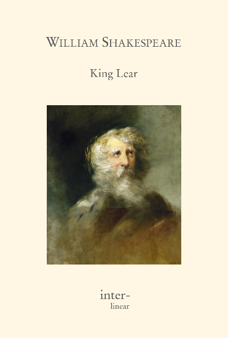 Buchcover von "King Lear" von William Shakespeare. - Text: Act I - 1. Scene: Enter Kent, Gloucester and Edmund. Kent: I thought the king had more affected the Duke of Albany than Cornwall. Gloucester: It did always seem so to us. But now in the division of the kingdom it appears not which of the dukes he values most, for qualities are so weighed that curiosity in neither can make choice of either’s moiety. Kent: Is not this your son, my lord? Gloucester: His breeding, sir, hath been at my charge. I have so often blushed to acknowledge him that now I am brazed to it. Kent: I cannot conceive you. Gloucester: Sir, this young fellow’s mother could, whereupon she grew round-wombed and had indeed, sir, a son for her cradle ere she had a husband for her bed. Do you smell a fault? Kent: I cannot wish the fault undone, the issue of it being so proper. Gloucester: But I have a son, sir, by order of law, some year elder than this, who yet is no dearer in my account. Though this knave came something saucily to the world, before he was sent for, yet was his mother fair. There was good sport at his making, and the whore­son must be acknowledged. Do you know this noble gentleman, Edmund? Edmund: No, my lord. Gloucester: My lord of Kent! Remember him hereafter as my ho­nourable friend! Edmund to Kent: My services to your lordship! Kent: I must love you and sue to know you better. Edmund: Sir, I shall study deserving. Gloucester: He hath been out nine years, and away he shall again. The king is coming. Sennet. Enter one bearing a coronet, then Lear, Cornwall, Albany, Goneril, Regan, Cordelia and attendants Lear: Attend the Lords of France and Burgundy, Gloucester! Gloucester: I shall, my liege. Exeunt Gloucester and Edmund. Lear: Meantime we shall express our darker purpose. Give me the map there! Know that we have divided In three our kingdom, and ’tis our fast intent To shake all cares and business from our age, Conferring them on younger strengths, while we Unburdened crawl toward death. Our son of Cornwall And you, our no less loving son of Albany, We have this hour a constant will to publish Our daughters’ several dowers that future strife May be prevented now. The princes, France and Burgundy, Great rivals in our youngest daughter’s love, Long in our court have made their amorous sojourn And here are to be answered. Tell me, my daughters, Since now we will divest us both of rule, Interest of territory, cares of state, Which of you shall we say doth love us most That we our largest bounty may extend Where nature doth with merit challenge. — Goneril, Our eldest born, speak first! Goneril: Sir, I love you more than word can wield the matter, Dearer than eyesight, space and liberty, Beyond what can be valued, rich or rare, No less than life, with grace, health, beauty, honour, As much as child e’er loved or father found, A love that makes breath poor and speech unable, Beyond all manner of ‘so much’ I love you. Cordelia aside: What shall Cordelia speak? Love and be silent! Lear demonstrating on the map: Of all these bounds, even from this line to this, With shadowy forests and with champains riched, With plenteous rivers and wide-skirted meads, We make thee lady. To thine and Albany’s issues Be this perpetual. — What says our second daughter, Our dearest Regan, wife of Cornwall? Regan: I am made of that self mettle as my sister And prize me at her worth. In my true heart I find she names my very deed of love. Only she comes too short that I profess Myself an enemy to all other joys Which the most precious square of sense possesses, And find I am alone felicitate In your dear highness’ love. Cordelia aside: Then poor Cordelia, And yet not so, since I am sure my love’s More ponderous than my tongue. Lear: To thee and thine hereditary ever Remain this ample third of our fair kingdom, No less in space, validity and pleasure Than that conferred on Goneril. — Now, our joy, Although our last and least, to whose young love The vines of France and milk of Burgundy Strive to be interessed, what can you say to draw A third more opulent than your sisters? Speak! Cordelia: Nothing, my lord. Lear: Nothing? Cordelia: Nothing. Lear: Nothing will come of nothing. Speak again! Cordelia: Unhappy that I am, I cannot heave My heart into my mouth. I love your majesty According to my bond, no more nor less. Lear: How, how, Cordelia! Mend your speech a little Lest you may mar your fortunes. Cordelia: Good my lord, You have begot me, bred me, loved me. I return those duties back as are right fit, Obey you, love you and most honour you. Why have my sisters husbands, if they say They love you all? Haply, when I shall wed, That lord whose hand must take my plight shall carry Half my love with him, half my care and duty. Sure I shall never marry like my sisters To love my father all. Lear: But goes thy heart with this? Cordelia: Ay, my good lord. Lear: So young and so untender? Cordelia: So young, my lord, and true. Lear: Let it be so! Thy truth then be thy dower! For by the sacred radiance of the sun, The mysteries of Hecat and the night, By all the operation of the orbs From whom we do exist and cease to be, Here I disclaim all my paternal care, Propinquity and property of blood, And as a stranger to my heart and me Hold thee from this for ever. The barbarous Scythian, Or he that makes his generation messes To gorge his appetite, shall to my bosom Be as well neighboured, pitied and relieved As thou my sometime daughter. Kent: Good my liege ... Lear: Peace, Kent, Come not between the dragon and his wrath! I loved her most and thought to set my rest On her kind nursery. To Cordelia: Hence and avoid my sight! So be my grave my peace as here I give Her father’s heart from her. Call France! Who stirs? Call Burgundy! Exit attendant. Cornwall and Albany, With my two daughters’ dowers digest the third. Let pride, which she calls plainness, marry her! I do invest you jointly with my power, Pre-eminence and all the large effects That troop with majesty. Ourself by monthly course With reservation of an hundred knights By you to be sustained, shall our abode Make with you by due turn. Only we shall retain The name and all th’ addition to a king, the sway, Revenue. Execution of the rest, Beloved sons, be yours, which to confirm This coronet part between you. Kent: Royal Lear, Whom I have ever honoured as my king, Loved as my father, as my master followed, As my great patron thought on in my prayers ... Lear: The bow is bent and drawn, make from the shaft! Kent: Let it fall rather, though the fork invade The region of my heart. Be Kent unmannerly When Lear is mad! What wouldst thou do, old man? Think’st thou that duty shall have dread to speak, When power to flattery bows, to plainness honour’s bound When majesty falls to folly. Reserve thy state, And in thy best consideration check This hideous rashness. Answer my life my judgement, Thy youngest daughter does not love thee least, Nor are those empty-hearted, whose low sounds Reverb no hollowness. Lear: Kent, on thy life, no more! Kent: My life I never held but as a pawn To wage against thine enemies, ne’er fear to lose it, Thy safety being motive. Lear: Out of my sight! Kent: See better, Lear, and let me still remain The true blank of thine eye. Lear: Now by Apollo ... Kent: Now by Apollo, king, Thou swear’st thy gods in vain. Lear drawing his sword: O, vassal, miscreant! Albany and Cornwall: Dear sir, forbear! Kent: Kill thy physician, and thy fee bestow Upon the foul disease. Revoke thy gift, Or whilst I can vent clamour from my throat I’ll tell thee thou dost evil. Lear: Hear me, recreant, on thine allegiance hear me! That thou hast sought to make us break our vows, Which we durst never yet, and with strained pride To come betwixt our sentence and our power, Which nor our nature nor our place can bear, Our potency made good, take thy reward: Five days we do allot thee for provision To shield thee from disasters of the world, And on the sixth to turn thy hated back Upon our kingdom. If on the tenth day following Thy banished trunk be found in our dominions, The moment is thy death. Away! By Jupiter, This shall not be revoked. Kent: Fare thee well, king! Sith thus thou wilt appear, Freedom lives hence and banishment is here. To Cordelia: The gods to their dear shelter take thee, maid, That justly think’st and hast most rightly said. To Goneril and Regan: And your large speeches may your deeds approve That good effects may spring from words of love. Thus Kent, O princes, bids you all adieu. He’ll shape his old course in a country new. Exit. Flourish. Enter Gloucester with France, Burgundy and attendants Gloucester: Here’s France and Burgundy, my noble lord. Lear: My Lord of Burgundy, We first address toward you, who with this king Hath rivalled for our daughter. What in the least Will you require in present dower with her, Or cease your quest of love? Burgundy: Most royal majesty, I crave no more than hath your highness offered, Nor will you tender less. Lear: Right noble Burgundy, When she was dear to us, we did hold her so, But now her price is fallen. Sir, there she stands: If aught within that little-seeming substance Or all of it, with our displeasure pieced, And nothing more, may fitly like your grace, She’s there, and she is yours. Burgundy: I know no answer. Lear: Will you with those infirmities she owes, Unfriended, new-adopted to our hate, Dowered with our curse and strangered with our oath, Take her or leave her? Burgundy: Pardon me, royal sir, Election makes not up in such conditions. Lear: Then leave her, sir, for by the power that made me I tell you all her wealth. To France: For you, great king, I would not from your love make such a stray To match you where I hate, therefore beseech you T’ avert your liking a more worthier way Than on a wretch whom nature is ashamed Almost t’ acknowledge hers. France: This is most strange, That she who even but now was your best object, The argument of your praise, balm of your age, The best, the dearest, should in this trice of time Commit a thing so monstrous, to dismantle So many folds of favour. Sure her offence Must be of such unnatural degree That monsters it, or your fore-vouched affection Fall into taint; which to believe of her Must be a faith that reason without miracle Should never plant in me. Cordelia: I yet beseech your majesty – If for I want that glib and oily art To speak and purpose not, since what I well intend, I’ll do’t before I speak – that you make known It is no vicious blot, murder or foulness, No unchaste action or dishonoured step, That hath deprived me of your grace and favour, But even for want of that for which I am richer: A still-soliciting eye and such a tongue That I am glad I have not, though not to have it Hath lost me in your liking. Lear: Better thou Hadst not been born than not to have pleased me better. France: Is it but this, a tardiness in nature, Which often leaves the history unspoke That it intends to do? My lord of Burgundy, What say you to the lady? Love’s not love When it is mingled with regards that stands Aloof from th’ entire point. Will you have her? She is herself a dowry. Burgundy: Royal Lear, Give but that portion which yourself proposed, And here I take Cordelia by the hand, Duchess of Burgundy. Lear: Nothing! I have sworn. I am firm. Burgundy to Cordelia: I am sorry then you have so lost a father That you must lose a husband. Cordelia: Peace be with Burgundy! Since that respect and fortunes are his love, I shall not be his wife. France: Fairest Cordelia, that art most rich, being poor, Most choice, forsaken, and most loved, despised, Thee and thy virtues here I seize upon. Be it lawful I take up what’s cast away. Gods, gods! ’Tis strange that from their cold’st neglect My love should kindle to inflamed respect. Thy dowerless daughter, king, thrown to my chance, Is queen of us, of ours and our fair France. Not all the dukes of waterish Burgundy Can buy this unprized-precious maid of me. Bid them farewell, Cordelia, though unkind, Thou losest here a better ‘where’ to find. Lear: Thou hast her, France. Let her be thine, for we Have no such daughter, nor shall ever see That face of hers again. Therefore, be gone, Without our grace, our love, our benison. Come, noble Burgundy! Flourish. Exeunt Lear, Burgundy, Cornwall, Albany, Gloucester, Edmund and attendants. France: Bid farewell to your sisters! Cordelia: The jewels of our father, with washed eyes Cordelia leaves you. I know you what you are, And like a sister am most loath to call Your faults as they are named. Love well our father! To your professed bosoms I commit him, But yet, alas, stood I within his grace, I would prefer him to a better place. So farewell to you both! Regan: Prescribe not us our duty! Goneril: Let your study Be to content your lord, who hath received you At fortune’s alms. You have obedience scanted, And well are worth the want that you have wanted. Cordelia: Time shall unfold what plighted cunning hides, Who covers faults, at last with shame derides. Well may you prosper! France: Come, my fair Cordelia! Exeunt France and Cordelia. Goneril: Sister, it is not little I have to say of what most nearly appertains to us both. I think our father will hence tonight. Regan: That’s most certain, and with you, next month with us. Goneril: You see how full of changes his age is. The observation we have made of it hath not been little: He always loved our sister most, and with what poor judgement he hath now cast her off ap­pears too grossly. Regan: ’Tis the infirmity of his age, yet he hath ever but slenderly known himself. Goneril: The best and soundest of his time hath been but rash. Then must we look from his age to receive not alone the imper­fec­tions of long-engrafted condition, but therewithal the unruly way­wardness that infirm and choleric years bring with them. Regan: Such unconstant starts are we like to have from him as this of Kent’s banishment. Goneril: There is further compliment of leave-taking between France and him. Pray you, let us hit together. If our father carry authority with such disposition as he bears, this last surrender of his will but offend us. Regan: We shall further think of it. Goneril: We must do something, and i’th’ heat. Exeunt. 2. Scene Enter Edmund with a letter. Edmund: Thou, Nature, art my goddess, to thy law My services are bound. Wherefore should I Stand in the plague of custom and permit The curiosity of nations to deprive me, For that I am some twelve or fourteen moonshines Lag of a brother? Why bastard? Wherefore base? When my dimensions are as well compact, My mind as generous and my shape as true As honest madam’s issue? Why brand they us With ‘base’, with ‘baseness’, ‘bastardy’, ‘base, base’, Who in the lusty stealth of nature take More composition and fierce quality Than doth within a dull, stale, tired bed Go to the creating of a whole tribe of fops Got ’tween a sleep and wake? Well then, Legitimate Edgar, I must have your land. Our father’s love is to the bastard Edmund As to the legitimate. Fine word ‘legitimate’! Well, my ‘legitimate’, if this letter speed And my invention thrive, Edmund the base Shall top the legitimate. I grow, I prosper. Now gods, stand up for bastards! Enter Gloucester Gloucester: Kent banished thus, and France in choler parted, And the king gone tonight, prescribed his power, Confined to exhibition? All this done Upon the gad? — Edmund, how now? What news? Edmund conceals the letter: So please your lordship, none. Gloucester: Why so earnestly seek you to put up that letter? Edmund: I know no news, my lord. Gloucester: What paper were you reading? Edmund: Nothing, my lord. Gloucester: No? What needed then that terrible dispatch of it into your pocket? The quality of nothing hath not such need to hide it­self. Let’s see! Come! If it be nothing, I shall not need spectacles. Edmund: I beseech you, sir, pardon me! It is a letter from my brother that I have not all o’erread; and for so much as I have perused, I find it not fit for your o’erlooking. Gloucester: Give me the letter, sir! Edmund: I shall offend either to detain or give it. The contents, as in part I understand them, are to blame. Gloucester: Let’s see, let’s see! Edmund: I hope for my brother’s justification, he wrote this but as an essay or taste of my virtue. Gloucester reads: ‘This policy and reverence of age makes the world bitter to the best of our times, keeps our fortunes from us till our old ness cannot relish them. I begin to find an idle and fond bon­dage in the oppression of aged tyranny, who sways not as it hath power, but as it is suffered. Come to me that of this I may speak more. If our father would sleep till I waked him, you should enjoy half his revenue for ever and live the beloved of your brother, Edgar.’ Hum! Conspiracy! ‘Sleep till I waked him, you should enjoy half his revenue.’ My son Edgar, had he a hand to write this, a heart and brain to breed it in? When came you to this? Who brought it? Edmund: It was not brought me, my lord. There’s the cunning of it. I found it thrown in at the casement of my closet. Gloucester: You know the character to be your brother’s? Edmund: If the matter were good, my lord, I durst swear it were his, but in respect of that I would fain think it were not. Gloucester: It is his! Edmund: It is his hand, my lord, but I hope his heart is not in the contents. Gloucester: Has he never before sounded you in this business? Edmund: Never, my lord! But I have heard him oft maintain it to be fit that, sons at perfect age and fathers declined, the father should be as ward to the son and the son manage his revenue. Gloucester: O villain, villain! His very opinion in the letter! Abhorred villain! Unnatural, detested, brutish villain! Worse than brutish! Go, sirrah, seek him! I’ll apprehend him. Abominable vil­lain! Where is he? Edmund: I do not well know, my lord. If it shall please you to sus­pend your indignation against my brother till you can derive from him better testimony of his intent, you should run a certain course, where, if you violently proceed against him, mistaking his purpose, it would make a great gap in your own honour and shake in pieces the heart of his obedience. I dare pawn down my life for him that he hath writ this to feel my affection to your honour and to no other pretence of danger. Gloucester: Think you so? Edmund: If your honour judge it meet I will place you where you shall hear us confer of this and by an auricular assurance have your satisfaction, and that without any further delay than this very evening. Gloucester: He cannot be such a monster ... Edmund: Nor is not, sure. Gloucester: ... to his father that so tenderly and entirely loves him. Heaven and earth! Edmund, seek him out. Wind me into him, I pray you. Frame the business after your own wisdom. I would unstate myself to be in a due resolution. Edmund: I will seek him, sir, presently, convey the business as I shall find means and acquaint you withal. Gloucester: These late eclipses in the sun and moon portend no good to us. Though the wisdom of nature can reason it thus and thus, yet nature finds itself scourged by the sequent effects: love cools, friendship falls off, brothers divide. In cities: mutinies, in countries: discord, in palaces: treason, and the bond cracked ’twixt son and father. This villain of mine comes under the prediction: There’s son against father. The king falls from bias of nature: there’s father against child. We have seen the best of our time. Machina­tions, hollowness, treachery and all ruinous disorders follow us disquietly to our graves. Find out this villain, Edmund! It shall lose thee nothing. Do it carefully! And the noble and true-hearted Kent banished! His offence: honesty! ’Tis strange. Exit. Edmund: This is the excellent foppery of the world, that when we are sick in fortune – often the surfeits of our own behaviour – we make guilty of our disasters the sun, the moon and stars, as if we were vil­lains on necessity, fools by heavenly compulsion, knaves, thieves and treachers by spherical predominance, drunkards, liars and adul­terers by an enforced obedience of planetary influence. And all that we are evil in by a divine thrusting-on. An admirable evasion of whoremaster man, to lay his goatish disposition on the charge of a star. My father compounded with my mother under the dragon’s tail, and my nativity was under Ursa Major so that it follows I am rough and lecherous. Fut! I should have been that I am, had the mai­denliest star in the firmament twinkled on my bastardizing. Enter Edgar Pat he comes, like the catastrophe of the old comedy. My cue is villainous melancholy, with a sigh like Tom o’ Bedlam. Aloud: O these eclipses do portend these divisions. He sings: Fa, sol, la, mi. Edgar: How now, brother Edmund! What serious contemplation are you in? Edmund: I am thinking, brother, of a prediction I read this other day, what should follow these eclipses. Edgar: Do you busy yourself with that? Edmund: I promise you, the effects he writes of succeed unhappily, as of unnaturalness between the child and the parent, death, dearth, dissolutions of ancient amities, divisions in state, menaces and male­dictions against king and nobles, needless diffidences, banishment of friends, dissipation of cohorts, nuptial breaches and I know not what. Edgar: How long have you been a sectary astronomical? Edmund: When saw you my father last? Edgar: The night gone by. Edmund: Spake you with him? Edgar: Ay, two hours together. Edmund: Parted you in good terms? Found you no displeasure in him by word nor countenance? Edgar: None at all. Edmund: Bethink yourself wherein you may have offended him, and at my entreaty forbear his presence until some little time hath quali­fied the heat of his displeasure, which at this instant so rageth in him that with the mischief of your person it would scarcely allay. Edgar: Some villain hath done me wrong. Edmund: That’s my fear. I pray you, have a continent forbearance till the speed of his rage goes slower, and, as I say, retire with me to my lodging, from whence I will fitly bring you to hear my lord speak. Pray ye, go! There’s my key. If you do stir abroad, go armed! Edgar: Armed, brother? Edmund: Brother, I advise you to the best. I am no honest man if there be any good meaning toward you. I have told you what I have seen and heard but faintly, nothing like the image and horror of it. Pray you, away! Edgar: Shall I hear from you anon? Edmund: I do serve you in this business. Exit Edgar. A credulous father and a brother noble, Whose nature is so far from doing harms That he suspects none, on whose foolish honesty My practices ride easy. I see the business: Let me, if not by birth, have lands by wit. All with me’s meet that I can fashion fit. Exit. 3. Scene Enter Goneril and Oswald, her steward. Goneril: Did my father strike my gentleman for chiding of his fool? Oswald: Ay, madam. Goneril: By day and night he wrongs me. Every hour He flashes into one gross crime or other That sets us all at odds. I’ll not endure it! His knights grow riotous and himself upbraids us On every trifle. When he returns from hunting, I will not speak with him. Say I am sick! If you come slack of former services You shall do well. The fault of it I’ll answer. Horns off-stage. Oswald: He’s coming, madam. I hear him. Goneril: Put on what weary negligence you please, You and your fellows. I’d have it come to question. If he distaste it, let him to my sister, Whose mind and mine I know in that are one, Not to be overruled. Idle old man, That still would manage those authorities That he hath given away! Now, by my life, Old fools are babes again and must be used With checks as flatteries, when they are seen abused. Remember what I have said! Oswald: Well, madam. Goneril: And let his knights have colder looks among you! What grows of it, no matter. Advise your fellows so! I would breed from hence occasions, and I shall, That I may speak. I’ll write straight to my sister To hold my course. Prepare for dinner! Exeunt. 4. Scene Enter Kent in disguise. Kent: If but as well I other accents borrow That can my speech diffuse, my good intent May carry through itself to that full issue For which I razed my likeness. Now, banished Kent, If thou canst serve where thou dost stand condemned, So may it come thy master whom thou lovest Shall find thee full of labours. Horns within. Enter Lear and knights as attendants Lear: Let me not stay a jot for dinner! Go, get it ready! Exit first knight. To Kent: How now? What art thou? Kent: A man, sir. Lear: What dost thou profess? What wouldst thou with us? Kent: I do profess to be no less than I seem: to serve him truly that will put me in trust, to love him that is honest, to converse with him that is wise and says little, to fear judgement, to fight when I cannot choose, and to eat no fish. Lear: What art thou? Kent: A very honest-hearted fellow and as poor as the king. Lear: If thou be’st as poor for a subject as he’s for a king, thou art poor enough. What wouldst thou? Kent: Service. Lear: Who wouldst thou serve? Kent: You. Lear: Dost thou know me, fellow? Kent: No, sir, but you have that in your countenance which I would fain call master. Lear: What’s that? Kent: Authority. Lear: What services canst thou do? Kent: I can keep honest counsel, ride, run, mar a curious tale in tel ling it and deliver a plain message bluntly. That which ordinary men are fit for I am qualified in, and the best of me is diligence. Lear: How old art thou? Kent: Not so young, sir, to love a woman for singing, nor so old to dote on her for anything. I have years on my back forty-eight. Lear: Follow me! Thou shalt serve me. If I like thee no worse after dinner, I will not part from thee yet. — Dinner, ho, dinner! Where’s my knave, my fool? Go you and call my fool hither! Exit second knight. Enter Oswald You! You, sirrah, where’s my daughter? Oswald: So please you ... Exit. Lear: What says the fellow there? Call the clotpoll back! Exit third knight. Where’s my fool? Ho, I think the world’s asleep. Enter third knight How now? Where’s that mongrel? Knight: He says, my lord, your daughter is not well. Lear: Why came not the slave back to me when I called him? Knight: Sir, he answered me in the roundest manner he would not. Lear: He would not! Knight: My lord, I know not what the matter is, but to my judge­ment your highness is not entertained with that ceremonious affection as you were wont. There’s a great abatement of kindness – appears as well in the general dependants as in the duke himself also and your daughter. Lear: Ha! Sayest thou so? Knight: I beseech you, pardon me, my lord, if I be mistaken, for my duty cannot be silent when I think your highness wronged. Lear: Thou but rememberest me of mine own conception. I have perceived a most faint neglect of late, which I have rather blamed as mine own jealous curiosity than as a very pretence and purpose of unkindness. I will look further into’t. But where’s my fool? I have not seen him this two days. Knight: Since my young lady’s going into France, sir, the fool hath much pined away. Lear: No more of that! I have noted it well. Go you and tell my daughter I would speak with her. Exit third knight. Go you, call hither my fool! Exit another knight. Enter Oswald O, you, sir, you! Come you hither, sir! Who am I, sir? Oswald: My lady’s father. Lear: My lady’s father! My lord’s knave, you whoreson dog, you slave, you cur! Oswald: I am none of these, my lord, I beseech your pardon. Lear: Do you bandy looks with me, you rascal? He strikes him. Oswald: I’ll not be strucken, my lord. Kent: Nor tripped neither, you base football-player. He trips him. Lear: I thank thee, fellow. Thou servest me and I’ll love thee. Kent to Oswald: Come, sir, arise, away! I’ll teach you differences. Away, away! If you will measure your lubber’s length again, tarry; but away, go to! Have you wisdom? He pushes him out. So. Lear: Now, my friendly knave, I thank thee. There’s earnest of thy service. He gives him money. Enter the fool Fool: Let me hire him too. Here’s my coxcomb. Lear: How now, my pretty knave! How dost thou? Fool to Kent: Sirrah, you were best take my coxcomb. Kent: Why, fool? Fool: Why? For taking one’s part that’s out of favour. Nay, and thou canst not smile as the wind sits, thou’lt catch cold shortly. There, take my coxcomb! Why, this fellow has banished two on’s daugh­ters and did the third a blessing against his will. If thou follow him, thou must needs wear my coxcomb. To Lear: How now, nuncle! Would I had two coxcombs and two daughters! Lear: Why, my boy? Fool: If I gave them all my living, I’d keep my coxcombs myself. There’s mine. Beg another of thy daughters. Lear: Take heed, sirrah, the whip! Fool: Truth’s a dog that must to kennel. He must be whipped out, when the Lady Brach may stand by the fire and stink. Lear: A pestilent gall to me! Fool: Sirrah, I’ll teach thee a speech. Lear: Do! Fool: Mark it, nuncle: Have more than thou showest, Speak less than thou knowest, Lend less than thou owest, Ride more than thou goest, Learn more than thou trowest, Set less than thou throwest; Leave thy drink and thy whore And keep in-a-door, And thou shalt have more Than two tens to a score. Kent: This is nothing, fool. Fool: Then ’tis like the breath of an unfee’d lawyer: You gave me noth ing for’t. To Lear: Can you make no use of nothing, nuncle? Lear: Why, no, boy! Nothing can be made out of nothing. Fool to Kent: Prithee tell him, so much the rent of his land comes to. He will not believe a fool. Lear: A bitter fool! Fool: Dost thou know the difference, my boy, between a bitter fool and a sweet one? Lear: No, lad, teach me! Fool: That lord that counselled thee To give away thy land, Come place him here by me! Do thou for him stand! The sweet and bitter fool Will presently appear: The one in motley here, The other found out there. Lear: Dost thou call me fool, boy? Fool: All thy other titles thou hast given away. That thou wast born with. Kent: This is not altogether fool, my lord. Fool: No, faith, lords and great men will not let me. If I had a mono­ poly out, they would have part on’t, and ladies too: They will not let me have all the fool to myself. They’ll be snatching. Nuncle, give me an egg and I’ll give thee two crowns. Lear: What two crowns shall they be? Fool: Why, after I have cut the egg i’the middle and eat up the meat, the two crowns of the egg. When thou clovest thy crown i’the mid dle and gavest away both parts, thou borest thine ass on thy back o’er the dirt. Thou hadst little wit in thy bald crown when thou gavest thy golden one away. If I speak like myself in this, let him be whipped that first finds it so. Sings: Fools had ne’er less grace in a year, For wise men are grown foppish And know not how their wits to wear, Their manners are so apish. Lear: When were you wont to be so full of songs, sirrah? Fool: I have used it, nuncle, e’er since thou madest thy daughters thy mothers, for when thou gavest them the rod and puttest down thine own breeches, Sings: Then they for sudden joy did weep And I for sorrow sung, That such a king should play bo-peep And go the fools among. Prithee, nuncle, keep a schoolmaster that can teach thy fool to lie! I would fain learn to lie. Lear: And you lie, sirrah, we’ll have you whipped. Fool: I marvel what kin thou and thy daughters are. They’ll have me whipped for speaking true, thou’lt have me whipped for lying, and sometimes I am whipped for holding my peace. I had rather be any kind o’ thing than a fool, and yet I would not be thee, nuncle. Thou hast pared thy wit o’ both sides and left nothing i’the middle. Here comes one o’the parings. Enter Goneril Lear: How now, daughter! What makes that frontlet on? You are too much of late i’the frown. Fool: Thou wast a pretty fellow when thou hadst no need to care for her frowning. Now thou art an O without a figure. I am better than thou art now: I am a fool. Thou art nothing. To Goneril: Yes, for­ sooth, I will hold my tongue. So your face bids me, though you say nothing. Mum, mum! He that keeps nor crust nor crumb, Weary of all, shall want some. He points to Lear: That’s a shelled peascod. Goneril: Not only, sir, this your all-licensed fool, But other of your insolent retinue Do hourly carp and quarrel, breaking forth In rank and not to be endured riots. Sir, I had thought by making this well known unto you To have found a safe redress, but now grow fearful By what yourself too late have spoke and done, That you protect this course and put it on By your allowance; which, if you should, the fault Would not ’scape censure, nor the redresses sleep, Which in the tender of a wholesome weal Might in their working do you that offence, Which else were shame, that then necessity Will call discreet proceeding. Fool: For you know, nuncle, The hedge-sparrow fed the cuckoo so long That it’s had it head bit off by it young. So out went the candle and we were left darkling. Lear: Are you our daughter? Goneril: I would you would make use of your good wisdom, Whereof I know you are fraught, and put away These dispositions, which of late transport you From what you rightly are. Fool: May not an ass know when the cart draws the horse? Whoop, Jug, I love thee! Lear: Does any here know me? This is not Lear. Does Lear walk thus, speak thus? Where are his eyes? Either his notion weakens, his discernings Are lethargied – Ha! Waking? ’Tis not so! Who is it that can tell me who I am? Fool: Lear’s shadow. Lear: I would learn that, for by the marks of sovereignty, knowledge and reason I should be false persuaded I had daughters. Fool: Which they will make an obedient father. Lear: Your name, fair gentlewoman? Goneril: This admiration, sir, is much o’the savour Of other your new pranks. I do beseech you To understand my purposes aright: As you are old and reverend, should be wise. Here do you keep a hundred knights and squires, Men so disordered, so deboshed and bold, That this our court, infected with their manners, Shows like a riotous inn. Epicurism and lust Make it more like a tavern or a brothel Than a graced palace. The shame itself doth speak For instant remedy. Be then desired, By her that else will take the thing she begs, A little to disquantity your train, And the remainders that shall still depend To be such men as may besort your age, Which know themselves and you. Lear: Darkness and devils! Saddle my horses! Call my train together! Degenerate bastard, I’ll not trouble thee. Yet have I left a daughter. Goneril: You strike my people, and your disordered rabble Make servants of their betters. Lear: Woe that too late repents! Enter Albany O sir, are you come? Is it your will? Speak, sir! — Prepare my horses! Exit a knight. Ingratitude, thou marble-hearted fiend, More hideous when thou showest thee in a child Than the sea-monster! Albany: Pray, sir, be patient! Lear to Goneril: Detested kite, thou liest! My train are men of choice and rarest parts, That all particulars of duty know And in the most exact regard support The worships of their name. O most small fault, How ugly didst thou in Cordelia show, Which like an engine wrenched my frame of nature From the fixed place, drew from my heart all love And added to the gall. O Lear, Lear, Lear! Beat at this gate that let thy folly in ... He strikes his head. And thy dear judgement out! Go, go, my people! Exeunt Kent and knights. Albany: My lord, I am guiltless as I am ignorant Of what hath moved you. Lear: It may be so, my lord. Hear, Nature, hear, dear goddess, hear! Suspend thy purpose if thou didst intend To make this creature fruitful. Into her womb convey sterility, Dry up in her the organs of increase, And from her derogate body never spring A babe to honour her. If she must teem, Create her child of spleen, that it may live And be a thwart disnatured torment to her. Let it stamp wrinkles in her brow of youth, With cadent tears fret channels in her cheeks, Turn all her mother’s pains and benefits To laughter and contempt, that she may feel How sharper than a serpent’s tooth it is To have a thankless child! Away, away! Exeunt Lear and fool. Albany: Now gods that we adore, whereof comes this? Goneril: Never afflict yourself to know more of it, But let his disposition have that scope As dotage gives it. Reenter Lear and the fool Lear: What, fifty of my followers at a clap? Within a fortnight? Albany: What’s the matter, sir? Lear: I’ll tell thee ... To Goneril: Life and death! I am ashamed That thou hast power to shake my manhood thus, That these hot tears, which break from me perforce, Should make thee worth them. Blasts and fogs upon thee! Th’ untented woundings of a father’s curse Pierce every sense about thee! — Old fond eyes, Beweep this cause again, I’ll pluck ye out And cast you with the waters that you loose To temper clay. Yea, is’t come to this? Ha! Let it be so! I have another daughter, Who, I am sure, is kind and comfortable. When she shall hear this of thee, with her nails She’ll flay thy wolvish visage. Thou shalt find That I’ll resume the shape which thou dost think I have cast off for ever. Exit. Goneril: Do you mark that? Albany: I cannot be so partial, Goneril, To the great love I bear you ... Goneril: Pray you, content! Shouting: What, Oswald, ho! To the fool: You, sir, more knave than fool, after your master! Fool: Nuncle Lear, nuncle Lear, tarry! Take the fool with thee! A fox, when one has caught her, And such a daughter Should sure to the slaughter, If my cap would buy a halter. So the fool follows after. Exit. Goneril: This man hath had good counsel: A hundred knights! ’Tis politic and safe to let him keep At point a hundred knights! Yes, that on every dream, Each buzz, each fancy, each complaint, dislike, He may enguard his dotage with their powers And hold our lives in mercy. — Oswald, I say! Albany: Well, you may fear too far. Goneril: Safer than trust too far! Let me still take away the harms I fear, Not fear still to be taken. I know his heart. What he hath uttered I have writ my sister. If she sustain him and his hundred knights When I have showed th’ unfitness ... Enter Oswald How now, Oswald! What, have you writ that letter to my sister? Oswald: Ay, madam. Goneril: Take you some company and away to horse! Inform her full of my particular fear, And thereto add such reasons of your own As may compact it more. Get you gone, And hasten your return! Exit Oswald. To Albany: No, no, my lord, This milky gentleness and course of yours, Though I condemn not, yet, under pardon, You are much more attasked for want of wisdom Than praised for harmful mildness. Albany: How far your eyes may pierce I cannot tell. Striving to better, oft we mar what’s well. Goneril: Nay then ... Albany: Well, well, th’ event! Exeunt. 5. Scene Enter Lear, Kent and the fool. Lear to Kent: Go you before to Gloucester with these letters! Acquaint my daughter no further with anything you know than comes from her demand out of the letter. If your diligence be not speedy, I shall be there afore you. Kent: I will not sleep, my lord, till I have delivered your letter. Exit. Fool: If a man’s brains were in’s heels, were’t not in danger of kibes? Lear: Ay, boy. Fool: Then I prithee be merry! Thy wit shall not go slipshod. Lear: Ha, ha, ha! Fool: Shalt see thy other daughter will use thee kindly, for though she’s as like this as a crab’s like an apple, yet I can tell what I can tell. Lear: What canst tell, boy? Fool: She will taste as like this, as a crab does to a crab. Thou canst tell why one’s nose stands i’the middle on’s face? Lear: No. Fool: Why, to keep one’s eyes of either side’s nose, that what a man cannot smell out, he may spy into. Lear: I did her wrong. Fool: Canst tell how an oyster makes his shell? Lear: No. Fool: Nor I neither. But I can tell why a snail has a house. Lear: Why? Fool: Why, to put’s head in, not to give it away to his daughters and leave his horns without a case. Lear: I will forget my nature. So kind a father! — Be my horses ready? Fool: Thy asses are gone about ’em. The reason why the seven stars are no more than seven is a pretty reason. Lear: Because they are not eight? Fool: Yes, indeed. Thou wouldst make a good fool. Lear: To take’t again perforce! Monster ingratitude! Fool: If thou wert my fool, nuncle, I’d have thee beaten for being old before thy time. Lear: How’s that? Fool: Thou shouldst not have been old till thou hadst been wise. Lear: O let me not be mad, not mad, sweet heaven! Keep me in temper! I would not be mad. Enter a knight How now, are the horses ready? Knight: Ready, my lord. Lear: Come, boy! Exeunt Lear and knight. Fool: She that’s a maid now and laughs at my departure, Shall not be a maid long, unless things be cut shorter. Exit. Act II 1. Scene Enter Edmund and Curan severally. Edmund: Save thee, Curan. Curan: And you, sir. I have been with your father and given him no­tice that the Duke of Cornwall and Regan his Duchess will be here with him this night. Edmund: How comes that? Curan: Nay, I know not. You have heard of the news abroad? I mean the whispered ones, for they are yet but ear-kissing arguments? Edmund: Not I. Pray you, what are they? Curan: Have you heard of no likely wars toward ’twixt the dukes of Cornwall and Albany? Edmund: Not a word. Curan: You may do then in time. Fare you well, sir! Exit. Edmund: The duke be here tonight? The better, best! This weaves itself perforce into my business. My father hath set guard to take my brother, And I have one thing of a queasy question Which I must act. Briefness and fortune work! To Edgar off-stage: Brother, a word! Descend! Brother, I say! Enter Edgar Aside: My father watches. — O sir, fly this place! Intelligence is given where you are hid. You have now the good advantage of the night. Have you not spoken ’gainst the Duke of Cornwall? He’s coming hither now, i’the night, i’th’ haste, And Regan with him. Have you nothing said Upon his party ’gainst the Duke of Albany? Advise yourself! Edgar: I am sure on’t, not a word. Edmund: I hear my father coming. Pardon me: In cunning I must draw my sword upon you. Draw! Seem to defend yourself! Now quit you well. Loudly: Yield! Come before my father! Light, ho, here! To Edgar: Fly, brother! Loudly: Torches, torches! To Edgar: So farewell. Exit Edgar. Some blood drawn on me would beget opinion Of my more fierce endeavour. I have seen drunkards Do more than this in sport. He wounds himself in the arm. Loudly: Father, father! – Stop, stop! – No help? Enter Gloucester and servants with torches Gloucester: Now, Edmund, where’s the villain? Edmund: Here stood he in the dark, his sharp sword out, Mumbling of wicked charms, conjuring the moon To stand auspicious mistress. Gloucester: But where is he? Edmund: Look, sir, I bleed! Gloucester: Where is the villain, Edmund? Edmund: Fled this way, sir, when by no means he could ... Gloucester to servants: Pursue him, ho! Go after! Exeunt servants. To Edmund: ‘By no means’ what? Edmund: Persuade me to the murder of your lordship, But that I told him the revenging gods ’Gainst parricides did all the thunder bend, Spoke with how manifold and strong a bond The child was bound to the father. Sir, in fine, Seeing how loathly opposite I stood To his unnatural purpose, in fell motion With his prepared sword he charges home My unprovided body, latched mine arm. But when he saw my best alarumed spirits, Bold in the quarrel’s right, roused to th’ encounter, Or whether ghasted by the noise I made, Full suddenly he fled. Gloucester: Let him fly far! Not in this land shall he remain uncaught, And found: dispatch. The noble duke, my master, My worthy arch and patron, comes tonight. By his authority I will proclaim it That he which finds him shall deserve our thanks, Bringing the murderous coward to the stake. He that conceals him: death. Edmund: When I dissuaded him from his intent And found him pight to do it, with curst speech I threatened to discover him. He replied: ‘Thou unpossessing bastard, dost thou think, If I would stand against thee, would the reposal Of any trust, virtue or worth in thee Make thy words faithed? No, what I should deny – As this I would, ay – though thou didst produce My very character, I’d turn it all To thy suggestion, plot and damned practice, And thou must make a dullard of the world If they not thought the profits of my death Were very pregnant and potential spurs To make thee seek it.’ Tucket within. Gloucester: O strange and fastened villain! Would he deny his letter, said he? I never got him. Hark, the duke’s trumpets! I know not why he comes. All ports I’ll bar. The villain shall not ’scape. The duke must grant me that. Besides, his picture I will send far and near that all the kingdom May have due note of him; and of my land, Loyal and natural boy, I’ll work the means To make thee capable. Enter Cornwall, Regan and attendants Cornwall: How now, my noble friend? Since I came hither, Which I can call but now, I have heard strange news. Regan: If it be true, all vengeance comes too short Which can pursue th’ offender. How dost, my lord? Gloucester: O madam, my old heart is cracked, it’s cracked. Regan: What, did my father’s godson seek your life, He whom my father named, your Edgar? Gloucester: O, lady, lady, shame would have it hid! Regan: Was he not companion with the riotous knights That tended upon my father? Gloucester: I know not, madam. ’Tis too bad, too bad! Edmund: Yes, madam, he was of that consort. Regan: No marvel then though he were ill affected. ’Tis they have put him on the old man’s death, To have th’ expense and waste of his revenues. I have this present evening from my sister Been well informed of them, and with such cautions That if they come to sojourn at my house: I’ll not be there. Cornwall: Nor I, assure thee, Regan. Edmund, I hear that you have shown your father A child-like office. Edmund: It was my duty, sir. Gloucester to Cornwall: He did bewray his practice and received This hurt you see, striving to apprehend him. Cornwall: Is he pursued? Gloucester: Ay, my good lord. Cornwall: If he be taken, he shall never more Be feared of doing harm. Make your own purpose How in my strength you please. For you, Edmund, Whose virtue and obedience doth this instant So much commend itself, you shall be ours. Natures of such deep trust we shall much need. You we first seize on. Edmund: I shall serve you, sir, truly, however else. Gloucester: For him I thank your grace. Cornwall: You know not why we came to visit you. Regan: Thus out of season, threading dark-eyed night, Occasions, noble Gloucester, of some price, Wherein we must have use of your advice: Our father, he hath writ, so hath our sister, Of differences, which I best thought it fit To answer from our home. The several messengers From hence attend dispatch. Our good old friend, Lay comforts to your bosom and bestow Your needful counsel to our businesses, Which craves the instant use. Gloucester: I serve you, madam. Your graces are right welcome. Exeunt. 2. Scene Enter Kent and Oswald severally. Oswald: Good dawning to thee, friend. Art of this house? Kent: Ay. Oswald: Where may we set our horses? Kent: I’the mire. Oswald: Prithee, if thou lovest me, tell me! Kent: I love thee not. Oswald: Why then, I care not for thee. Kent: If I had thee in Lipsbury pinfold, I would make thee care for me. Oswald: Why dost thou use me thus? I know thee not. Kent: Fellow, I know thee. Oswald: What dost thou know me for? Kent: A knave, a rascal, an eater of broken meats, a base, proud, shallow, beggarly, three-suited-hundred-pound, filthy, worsted-stocking knave; a lily-livered, action-taking, whoreson, glass-gazing, superserviceable finical rogue, one-trunk-inheriting slave; one that wouldst be a bawd in way of good service and art nothing but the composition of a knave, beggar, coward, pander and the son and heir of a mongrel bitch; one whom I will beat into clamorous whining if thou deniest the least syllable of thy addition. Oswald: Why, what a monstrous fellow art thou, thus to rail on one that is neither known of thee, nor knows thee! Kent: What a brazen-faced varlet art thou, to deny thou knowest me! Is it two days since I tripped up thy heels and beat thee before the king? Draw, you rogue, for though it be night, yet the moon shines. I’ll make a sop o’the moonshine of you, you whoreson cullionly barber-monger! Draw! He draws his sword. Oswald: Away! I have nothing to do with thee. Kent: Draw, you rascal! You come with letters against the king and take Vanity the puppet’s part against the royalty of her father. Draw, you rogue, or I’ll so carbonado your shanks. Draw, you rascal! Come your ways! Oswald: Help, ho! Murder! Help! Kent: Strike, you slave! Oswald tries to escape. Stand, rogue! Stand, you neat slave! Strike! He beats him. Oswald: Help, ho! Murder! Murder! Enter Edmund, Cornwall, Regan, Gloucester and servants Edmund: How now, what’s the matter? Part! Kent to Edmund: With you, goodman boy, if you please! Come, I’ll flesh ye. Come on, young master! Gloucester: Weapons? Arms? What’s the matter here? Cornwall: Keep peace upon your lives! He dies that strikes again. What is the matter? Regan: The messengers from our sister and the king ... Cornwall to Oswald: What is your difference? Speak! Oswald: I am scarce in breath, my lord. Kent: No marvel, you have so bestirred your valour, you cowardly rascal. Nature disclaims in thee: a tailor made thee. Cornwall: Thou art a strange fellow. A tailor make a man? Kent: Ay, a tailor, sir! A stone-cutter or a painter could not have made him so ill, though they had been but two years o’the trade. Cornwall to Oswald: Speak yet, how grew your quarrel? Oswald: This ancient ruffian, sir, whose life I have spared at suit of his grey beard ... Kent: Thou whoreson zed, thou unnecessary letter! To Cornwall: My lord, if you will give me leave, I will tread this unbolted villain into mortar and daub the wall of a jakes with him. To Oswald: ‘Spare my grey beard’? You wagtail! Cornwall: Peace, sirrah! You beastly knave, know you no reverence? Kent: Yes, sir, but anger hath a privilege. Cornwall: Why art thou angry? Kent: That such a slave as this should wear a sword, Who wears no honesty. Such smiling rogues as these Like rats oft bite the holy cords atwain, Which are t’ intrince t’ unloose, smooth every passion That in the natures of their lords rebel, Bring oil to fire, snow to their colder moods, Renege, affirm and turn their halcyon beaks With every gale and vary of their masters, Knowing naught, like dogs, but following. To Oswald: A plague upon your epileptic visage! Smile you my speeches as I were a fool? Goose, if I had you upon Sarum plain, I’d drive ye cackling home to Camelot. Cornwall: What, art thou mad, old fellow? Gloucester: How fell you out? Say that! Kent: No contraries hold more antipathy Than I and such a knave. Cornwall: Why dost thou call him knave? What is his fault? Kent: His countenance likes me not. Cornwall: No more perchance does mine, nor his, nor hers. Kent: Sir, ’tis my occupation to be plain: I have seen better faces in my time Than stands on any shoulder that I see Before me at this instant. Cornwall: This is some fellow Who, having been praised for bluntness, doth affect A saucy roughness and constrains the garb Quite from his nature. He cannot flatter, he! An honest mind and plain, he must speak truth! And they will take it, so, if not, he’s plain. These kind of knaves I know, which in this plainness Harbour more craft and more corrupter ends Than twenty silly-ducking observants, That stretch their duties nicely. Kent: Sir, in good faith, in sincere verity, Under th’ allowance of your great aspect, Whose influence like the wreath of radiant fire On flickering Phoebus’ front ... Cornwall: What mean’st by this? Kent: To go out of my dialect, which you discommend so much: I know, sir, I am no flatterer. He that beguiled you in a plain accent was a plain knave, which for my part I will not be, though I should win your displeasure to entreat me to’t. Cornwall to Oswald: What was th’ offence you gave him? Oswald: I never gave him any. It pleased the king his master very late To strike at me upon his misconstruction, When he, compact and flattering his displeasure, Tripped me behind; being down, insulted, railed And put upon him such a deal of man That worthied him, got praises of the king For him attempting who was self-subdued, And in the fleshment of this dread exploit Drew on me here again. Kent: None of these rogues and cowards But Ajax is their fool. Cornwall: Fetch forth the stocks! Exit a servant. To Kent: You stubborn ancient knave, you reverend braggart, We’ll teach you ... Kent: Sir, I am too old to learn. Call not your stocks for me! I serve the king, On whose employment I was sent to you. You shall do small respect, show too bold malice Against the grace and person of my master, Stocking his messenger. Cornwall: Fetch forth the stocks! As I have life and honour, there shall he sit till noon. Regan: Till noon? Till night, my lord, and all night too! Kent: Why, madam, if I were your father’s dog, You should not use me so. Regan: Sir, being his knave, I will. Cornwall: This is a fellow of the selfsame colour Our sister speaks of: Come, bring away the stocks! Stocks brought out. Gloucester: Let me beseech your grace not to do so. His fault is much, and the good king, his master, Will check him for’t. Your purposed low correction Is such as basest and contemnedst wretches For pilferings and most common trespasses Are punished with. The king must take it ill That he, so slightly valued in his messenger, Should have him thus restrained. Cornwall: I’ll answer that. Regan: My sister may receive it much more worse To have her gentleman abused, assaulted, For following her affairs. — Put in his legs! Kent is put in the stocks. Come, my lord, away! Exeunt all but Gloucester and Kent. Gloucester: I am sorry for thee, friend. ’Tis the duke’s pleasure, Whose disposition, all the world well knows, Will not be rubbed nor stopped. I’ll entreat for thee. Kent: Pray do not, sir! I have watched and travelled hard. Some time I shall sleep out, the rest I’ll whistle. A good man’s fortune may grow out at heels. Give you good morrow! Gloucester: The duke’s to blame in this. ’Twill be ill taken. Exit. Kent: Good king, that must approve the common saw: Thou out of heaven’s benediction comest To the warm sun. Approach, thou beacon to this under-globe That by thy comfortable beams I may Peruse this letter. Nothing almost sees miracles But misery. I know ’tis from Cordelia, Who hath most fortunately been informed Of my obscured course. Reading: ‘... and shall find time From this enormous state, seeking to give Losses their remedies.’ All weary and o’erwatched, Take vantage, heavy eyes, not to behold This shameful lodging. Fortune, good night! Smile once more, turn thy wheel! He sleeps. 3. Scene Enter Edgar. Edgar: I heard myself proclaimed, And by the happy hollow of a tree Escaped the hunt. No port is free, no place That guard and most unusual vigilance Does not attend my taking. Whiles I may ’scape I will preserve myself, and am bethought To take the basest and most poorest shape That ever penury in contempt of man Brought near to beast. My face I’ll grime with filth, Blanket my loins, elf all my hair in knots And with presented nakedness outface The winds and persecutions of the sky. The country gives me proof and precedent Of Bedlam beggars, who, with roaring voices, Strike in their numbed and mortified bare arms Pins, wooden pricks, nails, sprigs of rosemary, And with this horrible object from low farms, Poor pelting villages, sheepcotes and mills, Sometime with lunatic bans, sometime with prayers, Enforce their charity: ‘Poor Turlygod, poor Tom!’ That’s something yet. Edgar I nothing am. Exit. 4. Scene Kent still in the stocks, sleeping. Enter Lear, the fool and a knight. Lear: ’Tis strange that they should so depart from home And not send back my messenger. Knight: As I learned, The night before there was no purpose in them Of this remove. Kent wakes: Hail to thee, noble master! Lear: Ha! Makest thou this shame thy pastime? Kent: No, my lord. Fool: Ha, ha! He wears cruel garters. Horses are tied by the heads, dogs and bears by the neck, monkeys by the loins and men by the legs. When a man’s overlusty at legs, then he wears wooden netherstocks. Lear to Kent: What’s he that hath so much thy place mistook To set thee here? Kent: It is both, he and she, Your son and daughter. Lear: No. Kent: Yes. Lear: No, I say. Kent: I say yea. Lear: No, no, they would not. Kent: Yes, they have. Lear: By Jupiter, I swear no! Kent: By Juno, I swear ay! Lear: They durst not do’t. They could not, would not do’t. ’Tis worse than murder To do upon respect such violent outrage. Resolve me with all modest haste which way Thou mightst deserve or they impose this usage, Coming from us. Kent: My lord, when at their home I did commend your highness’ letters to them, Ere I was risen from the place that showed My duty kneeling, came there a reeking post, Stewed in his haste, half breathless, panting forth From Goneril, his mistress, salutations, Delivered letters, spite of intermission, Which presently they read; on those contents They summoned up their meiny, straight took horse, Commanded me to follow and attend The leisure of their answer, gave me cold looks; And meeting here the other messenger, Whose welcome I perceived had poisoned mine, Being the very fellow which of late Displayed so saucily against your highness, Having more man than wit about me, drew. He raised the house with loud and coward cries. Your son and daughter found this trespass worth The shame which here it suffers. Fool: Winter’s not gone yet, if the wild geese fly that way. Fathers that wear rags Do make their children blind, But fathers that bear bags Shall see their children kind. Fortune, that arrant whore, Ne’er turns the key to the poor. But for all this thou shalt have as many dolours for thy daughters as thou canst tell in a year. Lear: O, how this mother swells up toward my heart! Hysterica passio, down, thou climbing sorrow! Thy element’s below. Where is this daughter? Kent: With the earl, sir, here within. Lear: Follow me not, stay here! Exit. Knight: Made you no more offence but what you speak of? Kent: None. How chance the king comes with so small a number? Fool: And thou hadst been set i’the stocks for that question, thoud’st well deserved it. Kent: Why, fool? Fool: We’ll set thee to school to an ant, to teach thee there’s no labour ing i’the winter. All that follow their noses are led by their eyesbut blind men, and there’s not a nose among twenty but can smell him that’s stinking. Let go thy hold when a great wheel runs down a hill lest it break thy neck with following. But the great one that goes up ward, let him draw thee after ... When a wise man gives thee better counsel, give me mine again! I would have none but knaves follow it, since a fool gives it. That sir which serves and seeks for gain And follows but for form, Will pack when it begins to rain And leave thee in the storm. But I will tarry, the fool will stay And let the wise man fly. The knave turns fool that runs away, The fool no knave, perdy. Kent: Where learned you this, fool? Fool: Not i’the stocks, fool. Enter Lear and Gloucester Lear: Deny to speak with me? They are sick, they are weary? They have travelled all the night? Mere fetches, The images of revolt and flying-off. Fetch me a better answer! Gloucester: My dear lord, You know the fiery quality of the duke, How unremovable and fixed he is In his own course. Lear: Vengeance, plague, death, confusion! ‘Fiery’? What ‘quality’? Why, Gloucester, Gloucester, I’d speak with the Duke of Cornwall and his wife. Gloucester: Well, my good lord, I have informed them so. Lear: ‘Informed them’? Dost thou understand me, man? Gloucester: Ay, my good lord. Lear: The king would speak with Cornwall, the dear father Would with his daughter speak, commands – tends – service. Are they ‘informed’ of this? My breath and blood! ‘Fiery’, the ‘fiery’ duke? Tell the hot duke that ... No, but not yet! Maybe he is not well. Infirmity doth still neglect all office Whereto our health is bound. We are not ourselves When nature, being oppressed, commands the mind To suffer with the body. I’ll forbear And am fallen out with my more headier will To take the indisposed and sickly fit For the sound man. Noticing Kent: Death on my state! Wherefore Should he sit here? This act persuades me That this remotion of the duke and her Is practice only. Give me my servant forth! Go tell the duke and’s wife I’d speak with them, Now presently! Bid them come forth and hear me, Or at their chamber door I’ll beat the drum Till it cry sleep to death. Gloucester: I would have all well betwixt you. Exit. Lear: O me, my heart, my rising heart! But down! Fool: Cry to it, nuncle, as the cockney did to the eels when she put ’em i’the paste alive. She knapped ’em o’the coxcombs with a stick and cried ‘Down, wantons, down!’ ’Twas her brother that in pure kind ness to his horse buttered his hay. Enter Cornwall, Regan, Gloucester and servants Lear: Good morrow to you both! Cornwall: Hail to your grace! Kent is set at liberty. Regan: I am glad to see your highness. Lear: Regan, I think you are. I know what reason I have to think so. If thou shouldst not be glad, I would divorce me from thy mother’s tomb, Sepulchring an adult’ress. To Kent: O, are you free? Some other time for that. — Beloved Regan, Thy sister’s naught. O Regan, she hath tied Sharp-toothed unkindness like a vulture here. Lays his hand on his heart. I can scarce speak to thee: thou’lt not believe With how depraved a quality ... O Regan! Regan: I pray you, sir, take patience! I have hope You less know how to value her desert Than she to scant her duty. Lear: Say? How is that? Regan: I cannot think my sister in the least Would fail her obligation. If, sir, perchance She have restrained the riots of your followers, ’Tis on such ground and to such wholesome end As clears her from all blame. Lear: My curses on her. Regan: O sir, you are old. Nature in you stands on the very verge Of his confine. You should be ruled and led By some discretion that discerns your state Better than you yourself. Therefore I pray you That to our sister you do make return. Say you have wronged her! Lear: Ask her forgiveness? Do you but mark how this becomes the house. He kneels. ‘Dear daughter, I confess that I am old. Age is unnecessary. On my knees I beg That you’ll vouchsafe me raiment, bed and food.’ Regan: Good sir, no more! These are unsightly tricks. Return you to my sister! Lear rising: Never, Regan. She hath abated me of half my train, Looked black upon me, struck me with her tongue Most serpent-like upon the very heart. All the stored vengeances of heaven fall On her ingrateful top! Strike her young bones, You taking airs, with lameness! Cornwall: Fie, sir, fie! Lear: You nimble lightnings, dart your blinding flames Into her scornful eyes! Infect her beauty, You fen-sucked fogs, drawn by the powerful sun To fall and blister. Regan: O, the blest gods! So will you wish on me when the rash mood is on. Lear: No, Regan, thou shalt never have my curse. Thy tender-hafted nature shall not give Thee o’er to harshness. Her eyes are fierce, but thine Do comfort and not burn. ’Tis not in thee To grudge my pleasures, to cut off my train, To bandy hasty words, to scant my sizes And in conclusion, to oppose the bolt Against my coming in. Thou better knowest The offices of nature, bond of childhood, Effects of courtesy, dues of gratitude. Thy half o’the kingdom hast thou not forgot, Wherein I thee endowed. Regan: Good sir, to the purpose! Lear: Who put my man i’the stocks? Tucket within. Cornwall: What trumpet’s that? Regan: I know’t, my sister’s. This approves her letter That she would soon be here. Enter Oswald To him: Is your lady come? Lear: This is a slave whose easy-borrowed pride Dwells in the fickle grace of her he follows. Out, varlet, from my sight! Cornwall: What means your grace? Lear: Who stocked my servant? Regan, I have good hope Thou didst not know on’t. Enter Goneril Who comes here? O heavens! If you do love old men, if your sweet sway Allow obedience; if you yourselves are old, Make it your cause! Send down and take my part! To Goneril: Art not ashamed to look upon this beard? O Regan, will you take her by the hand? Goneril: Why not by th’ hand, sir? How have I offended? All’s not offence that indiscretion finds And dotage terms so. Lear with his hands near his chest: O sides, you are too tough! Will you yet hold? — How came my man i’the stocks? Cornwall: I set him there, sir. But his own disorders Deserved much less advancement. Lear: You? Did you? Regan: I pray you, father, being weak, seem so: If till the expiration of your month You will return and sojourn with my sister, Dismissing half your train, come then to me! I am now from home and out of that provision Which shall be needful for your entertainment. Lear: Return to her, and fifty men dismissed? No! Rather I abjure all roofs and choose To wage against the enmity o’th’ air To be a comrade with the wolf and owl, Necessity’s sharp pinch! Return with her? Why, the hot-blooded France, that dowerless took Our youngest born, I could as well be brought To knee his throne and, squire-like, pension beg To keep base life afoot. Return with her? Persuade me rather to be slave and sumpter To this detested groom. He points at Oswald. Goneril: At your choice, sir! Lear: I prithee, daughter, do not make me mad! I will not trouble thee, my child. Farewell! We’ll no more meet, no more see one another. But yet thou art my flesh, my blood, my daughter, Or rather a disease that’s in my flesh, Which I must needs call mine. Thou art a boil, A plague-sore, an embossed carbuncle In my corrupted blood. But I’ll not chide thee. Let shame come when it will; I do not call it. I do not bid the thunder-bearer shoot, Nor tell tales of thee to high-judging Jove. Mend when thou canst! Be better at thy leisure! I can be patient. I can stay with Regan, I and my hundred knights. Regan: Not altogether so. I looked not for you yet, nor am provided For your fit welcome. Give ear, sir, to my sister! For those that mingle reason with your passion Must be content to think you old, and so ... But she knows what she does. Lear: Is this well spoken? Regan: I dare avouch it, sir. What, fifty followers? Is it not well? What should you need of more? Yea, or so many, sith that both, charge and danger, Speak ’gainst so great a number? How in one house Should many people under two commands Hold amity? ’Tis hard, almost impossible. Goneril: Why might not you, my lord, receive attendance From those that she calls servants or from mine? Regan: Why not, my lord? If then they chanced to slack ye, We could control them. If you will come to me – For now I spy a danger – I entreat you To bring but five-and-twenty! To no more Will I give place or notice. Lear: I gave you all ... Regan: And in good time you gave it. Lear: Made you my guardians, my depositaries, But kept a reservation to be followed With such a number. What, must I come to you With five-and-twenty? Regan, said you so? Regan: And speak’t again, my lord: No more with me! Lear: Those wicked creatures yet do look well-favoured When others are more wicked. Not being the worst Stands in some rank of praise. To Goneril: I’ll go with thee. Thy fifty yet doth double five-and-twenty, And thou art twice her love. Goneril: Hear me, my lord: What need you five-and-twenty, ten or five, To follow in a house where twice so many Have a command to tend you? Regan: What need one? Lear: O, reason not the need! Our basest beggars Are in the poorest thing superfluous. Allow not nature more than nature needs: Man’s life is cheap as beast’s. Thou art a lady: If only to go warm were gorgeous, Why, nature needs not what thou gorgeous wear’st, Which scarcely keeps thee warm. But for true need: You heavens, give me that patience! Patience I need. You see me here, you gods, a poor old man, As full of grief as age, wretched in both. If it be you that stirs these daughters’ hearts Against their father, fool me not so much To bear it tamely! Touch me with noble anger And let not women’s weapons, water drops, Stain my man’s cheeks! No, you unnatural hags, I will have such revenges on you both That all the world shall – I will do such things, What they are yet I know not – but they shall be The terrors of the earth. You think I’ll weep. No! I’ll not weep. Storm and tempest. I have full cause of weeping, but this heart Shall break into a hundred thousand flaws Or ere I’ll weep. O fool, I shall go mad! Exeunt Lear, Gloucester, Kent, the fool and knight Cornwall: Let us withdraw! ’Twill be a storm. Regan: This house is little. The old man and’s people Cannot be well bestowed. Goneril: ’Tis his own blame: Hath put himself from rest And must needs taste his folly. Regan: For his particular, I’ll receive him gladly, But not one follower! Goneril: So am I purposed. Where is my lord of Gloucester? Cornwall: Followed the old man forth. Enter Gloucester. He is returned. Gloucester: The king is in high rage. Cornwall: Whither is he going? Gloucester: He calls to horse, but will I know not whither. Cornwall: ’Tis best to give him way. He leads himself. Goneril: My lord, entreat him by no means to stay. Gloucester: Alack, the night comes on, and the bleak winds Do sorely ruffle. For many miles about There’s scarce a bush. Regan: O sir, to wilful men The injuries that they themselves procure Must be their schoolmasters. Shut up your doors! He is attended with a desperate train, And what they may incense him to, being apt To have his ear abused, wisdom bids fear. Cornwall: Shut up your doors, my lord! ’Tis a wild night. My Regan counsels well. Come out o’the storm. Exeunt. Act III 1. Scene Storm still. Enter Kent and a gentleman by opposite doors. Kent: Who’s there besides foul weather? Gentleman: One minded like the weather, most unquietly. Kent: I know you. Where’s the king? Gentleman: Contending with the fretful elements: Bids the wind blow the earth into the sea Or swell the curled waters ’bove the main That things might change or cease, tears his white hair, Which the impetuous blasts with eyeless rage Catch in their fury and make nothing of, Strives in his little world of man to outscorn The to and fro conflicting wind and rain. This night, wherein the cub-drawn bear would couch, The lion and the belly-pinched wolf Keep their fur dry, unbonneted he runs And bids what will take all. Kent: But who is with him? Gentleman: None but the fool, who labours to outjest His heart-struck injuries. Kent: Sir, I do know you And dare upon the warrant of my note Commend a dear thing to you: There is division, Although as yet the face of it is covered With mutual cunning, ’twixt Albany and Cornwall, Who have – as who have not that their great stars Throned and set high – servants, who seem no less, Which are to France the spies and speculations Intelligent of our state: What hath been seen, Either in snuffs and packings of the dukes Or the hard rein which both of them have borne Against the old kind king, or something deeper, Whereof perchance these are but furnishings – But true it is: From France there comes a power Into this scattered kingdom, who already, Wise in our negligence, have secret feet In some of our best ports and are at point To show their open banner. Now to you: If on my credit you dare build so far To make your speed to Dover, you shall find Some that will thank you making just report Of how unnatural and bemadding sorrow The king hath cause to plain. I am a gentleman of blood and breeding And from some knowledge and assurance Offer this office to you. Gentleman: I will talk further with you. Kent: No, do not! For confirmation that I am much more Than my out-wall, open this purse and take What it contains! If you shall see Cordelia, As fear not but you shall, show her this ring, And she will tell you who that fellow is That yet you do not know. Fie on this storm! I will go seek the king. Gentleman: Give me your hand! Have you no more to say? Kent: Few words, but to effect More than all yet: That when we have found the king, In which your pain that way, I’ll this, He that first lights on him, holla the other. Exeunt. 2. Scene Storm still. Enter Lear and the fool. Lear: Blow winds and crack your cheeks! Rage, blow! You cataracts and hurricanoes, spout Till you have drenched our steeples, drowned the cocks! You sulphurous and thought-executing fires, Vaunt-couriers of oak-cleaving thunderbolts, Singe my white head! And thou, all-shaking thunder, Strike flat the thick rotundity o’the world, Crack nature’s moulds, all germens spill at once That makes ingrateful man! Fool: O nuncle, court holy-water in a dry house is better than this rain-water out o’ door. Good nuncle, in! Ask thy daughters’ bles­sing! Here’s a night pities neither wise men nor fools. Lear: Rumble thy bellyful! Spit, fire! Spout, rain! Nor rain, wind, thunder, fire are my daughters. I tax not you, you elements, with unkindness. I never gave you kingdom, called you children. You owe me no subscription. Then let fall Your horrible pleasure. Here I stand, your slave, A poor, infirm, weak and despised old man. But yet I call you servile ministers, That will with two pernicious daughters join Your high-engendered battles ’gainst a head So old and white as this. O, ho! ’Tis foul! Fool: He that has a house to put’s head in has a good headpiece. The codpiece that will house Before the head has any, The head and he shall louse: So beggars marry many. The man that makes his toe What he his heart should make, Shall of a corn cry woe And turn his sleep to wake. For there was never yet fair woman but she made mouths in a glass. Enter Kent Lear: No, I will be the pattern of all patience. I will say nothing. Kent: Who’s there? Fool: Marry, here’s grace and a codpiece: That’s a wise man and a fool. Kent to Lear: Alas, sir, are you here? Things that love night Love not such nights as these. The wrathful skies Gallow the very wanderers of the dark And make them keep their caves. Since I was man, Such sheets of fire, such bursts of horrid thunder, Such groans of roaring wind and rain I never Remember to have heard. Man’s nature cannot carry Th’ affliction nor the fear. Lear: Let the great gods That keep this dreadful pudder o’er our heads Find out their enemies now. Tremble, thou wretch, That hast within thee undivulged crimes, Unwhipped of justice. Hide thee, thou bloody hand, Thou perjured and thou simular of virtue That art incestuous. Caitiff, to pieces shake, That under covert and convenient seeming Has practised on man’s life. Close pent-up guilts Rive your concealing continents and cry These dreadful summoners grace. I am a man More sinned against than sinning. Kent: Alack, bareheaded? Gracious my lord, hard by here is a hovel. Some friendship will it lend you ’gainst the tempest. Repose you there, while I to this hard house – More harder than the stones whereof ’tis raised, Which even but now, demanding after you, Denied me to come in – return and force Their scanted courtesy. Lear: My wits begin to turn. To the fool: Come on, my boy! How dost my boy? Art cold? I am cold myself. To Kent: Where is this straw, my fellow? The art of our necessities is strange And can make vile things precious. Come, your hovel! — Poor fool and knave, I have one part in my heart That’s sorry yet for thee. Fool sings: He that has and a little tiny wit, With heigh-ho, the wind and the rain, Must make content with his fortunes fit, Though the rain it raineth every day. Lear: True, boy! To Kent: Come, bring us to this hovel! Exeunt Lear and Kent. Fool: This is a brave night to cool a courtesan. I’ll speak a prophecy ere I go: When priests are more in word than matter, When brewers mar their malt with water, When nobles are their tailors’ tutors, No heretics burned but wenches’ suitors, When every case in law is right, No squire in debt, nor no poor knight, When slanders do not live in tongues, Nor cut-purses come not to throngs, When usurers tell their gold i’the field And bawds and whores do churches build, Then shall the realm of Albion Come to great confusion, Then comes the time, who lives to see’t, That going shall be used with feet. This prophecy Merlin shall make, for I live before his time. Exit. 3. Scene Enter Gloucester and Edmund with lights. Gloucester: Alack, alack, Edmund, I like not this unnatural dealing: When I desired their leave that I might pity him, they took from me the use of mine own house, charged me on pain of perpetual dis­plea­s ure neither to speak of him, entreat for him or any way sustain him. Edmund: Most savage and unnatural! Gloucester: Go to, say you nothing! There is division between the dukes and a worse matter than that. I have received a letter this night. ’Tis dangerous to be spoken. I have locked the letter in my closet. These injuries the king now bears will be revenged home. There is part of a power already footed. We must incline to the king. I will look him and privily relieve him. Go you and maintain talk with the duke that my charity be not of him perceived. If he ask for me, I am ill and gone to bed. If I die for it, as no less is threatened me, the king my old master must be relieved. There is strange things toward, Ed mund. Pray you, be careful! Exit. Edmund: This courtesy, forbid thee, shall the duke Instantly know, and of that letter too. This seems a fair deserving and must draw me That which my father loses, no less than all. The younger rises when the old doth fall. Exit. 4. Scene Enter Lear, Kent and the fool. Kent: Here is the place, my lord. Good my lord, enter! The tyranny of the open night’s too rough For nature to endure. Storm still. Lear: Let me alone! Kent: Good my lord, enter here! Lear: Wilt break my heart? Kent: I had rather break mine own. Good my lord, enter! Lear: Thou think’st ’tis much that this contentious storm Invades us to the skin. So ’tis to thee. But where the greater malady is fixed, The lesser is scarce felt. Thou’dst shun a bear, But if thy flight lay toward the roaring sea Thou’dst meet the bear i’the mouth. When the mind’s free, The body’s delicate. This tempest in my mind Doth from my senses take all feeling else, Save what beats there: filial ingratitude! Is it not as this mouth should tear this hand For lifting food to’t? But I will punish home. No, I will weep no more! In such a night To shut me out! Pour on! I will endure. In such a night as this! O Regan, Goneril, Your old, kind father, whose frank heart gave all! O, that way madness lies. Let me shun that. No more of that! Kent: Good my lord, enter here! Lear: Prithee go in thyself, seek thine own ease. This tempest will not give me leave to ponder On things would hurt me more. But I’ll go in. To the fool: In, boy, go first, you houseless poverty! Nay, get thee in! I’ll pray, and then I’ll sleep. Exit the fool. Poor naked wretches, wheresoe’er you are, That bide the pelting of this pitiless storm, How shall your houseless heads and unfed sides, Your looped and windowed raggedness, defend you From seasons such as these? O, I have ta’en Too little care of this. Take physic! Pomp, Expose thyself to feel what wretches feel That thou mayst shake the superflux to them And show the heavens more just. Edgar within: Fathom and half, fathom and half! Poor Tom! Enter the fool from the hovel Fool: Come not in here, nuncle! Here’s a spirit. Help me, help me! Kent: Give me thy hand! Who’s there? Fool: A spirit, a spirit! He says his name’s Poor Tom. Kent: What art thou that dost grumble there i’the straw? Come forth! Enter Edgar disguised as Poor Tom Edgar: Away! The foul fiend follows me. Through the sharp hawthorn blow the winds. Humh! Go to thy bed and warm thee! Lear: Didst thou give all to thy daughters, and art thou come to this? Edgar: Who gives anything to Poor Tom, whom the foul fiend hath led through fire and through flame, through ford and whirlpool, o’er bog and quagmire, that hath laid knives under his pillow and halters in his pew, set ratsbane by his porridge, made him proud of heart, to ride on a bay trotting horse over four-inched bridges to course his own shadow for a traitor. Bless thy five wits! Tom’s a-cold. O do, de, do, de, do, de. Bless thee from whirlwinds, star-blasting and taking! Do Poor Tom some charity, whom the foul fiend vexes. There could I have him now, and there and there again and there. Storm still. Lear: What, has his daughters brought him to this pass? Couldst thou save nothing? Wouldst thou give ’em all? Fool: Nay, he reserved a blanket, else we had been all shamed. Lear to Edgar: Now all the plagues that in the pendulous air Hang fated o’er men’s faults light on thy daughters! Kent: He hath no daughters, sir. Lear: Death, traitor! Nothing could have subdued nature To such a lowness but his unkind daughters. Is it the fashion that discarded fathers Should have thus little mercy on their flesh? Judicious punishment! ’Twas this flesh begot Those pelican daughters. Edgar: Pillicock sat on Pillicock hill. Alow, alow, loo, loo! Fool: This cold night will turn us all to fools and madmen. Edgar: Take heed o’the foul fiend, obey thy parents, keep thy word justly, swear not, commit not with man’s sworn spouse, set not thy sweet heart on proud array. Tom’s a-cold. Lear: What hast thou been? Edgar: A servingman, proud in heart and mind, that curled my hair, wore gloves in my cap, served the lust of my mistress’ heart and did the act of darkness with her, swore as many oaths as I spake words and broke them in the sweet face of heaven; one that slept in the con triving of lust and, waked, to do it. Wine loved I deeply, dice dearly and in woman outparamoured the Turk; false of heart, light of ear, bloody of hand, hog in sloth, fox in stealth, wolf in greedi­ness, dog in madness, lion in prey. Let not the creaking of shoes, nor the rus tling of silks betray thy poor heart to woman: Keep thy foot out of brothels, thy hand out of plackets; thy pen from lenders’ books, and defy the foul fiend. Still through the hawthorn blows the cold wind, says suum, mun, nonny. Dolphin, my boy, boy, sesey! Let him trot by! Storm still. Lear: Thou wert better in a grave than to answer with thy uncovered body this extremity of the skies. Is man no more than this? Con­sid er him well! Thou owest the worm no silk , the beast no hide, the sheep no wool, the cat no perfume. Ha! Here’s three on’s are sophisticated. Thou art the thing itself! Unaccommodated man is no more but such a poor, bare, forked animal as thou art. Off, off, you lend ings! Come, unbutton here. He tears off his clothes. Fool: Prithee, nuncle, be contented! ’Tis a naughty night to swim in. Now a little fire in a wild field were like an old lecher’s heart, a small spark, all the rest on’s body cold. Look, here comes a walking fire! Enter Gloucester with a torch Edgar: This is the foul fiend Flibbertigibbet. He begins at curfew and walks till the first cock. He gives the web and the pin, squinies the eye and makes the harelip, mildews the white wheat and hurts the poor creature of earth. S’Withold footed thrice the ’old. He met the nightmare and her nine-fold, Bid her alight and her troth plight, And aroint thee, witch, aroint thee! Kent: How fares your grace? Lear: What’s he? Kent to Gloucester: Who’s there? What is’t you seek? Gloucester: What are you there? Your names? Edgar: Poor Tom, that eats the swimming frog, the toad, the todpole, the wall-newt and the water; that in the fury of his heart, when the foul fiend rages, eats cow-dung for sallets, swallows the old rat and the ditch-dog, drinks the green mantle of the standing pool; who is whipped from tithing to tithing and stocked, punished and imprison- ed; who hath had three suits to his back, six shirts to his body, Horse to ride and weapon to wear, But mice and rats and such small deer Have been Tom’s food for seven long year. Beware my follower! Peace, Smulkin. Peace, thou fiend! Gloucester: What, hath your grace no better company? Edgar: The prince of darkness is a gentleman. Modo he’s called and Mahu. Gloucester: Our flesh and blood, my lord, is grown so vile That it doth hate what gets it. Edgar: Poor Tom’s a-cold. Gloucester to Lear: Go in with me! My duty cannot suffer T’ obey in all your daughters’ hard commands. Though their injunction be to bar my doors And let this tyrannous night take hold upon you, Yet have I ventured to come seek you out And bring you where both fire and food is ready. Lear: First let me talk with this philosopher. To Edgar: What is the cause of thunder? Kent: Good my lord, Take his offer, go into the house! Lear: I’ll talk a word with this same learned Theban. To Edgar: What is your study? Edgar: How to prevent the fiend and to kill vermin. Lear: Let me ask you one word in private! He talks with him apart. Kent to Gloucester: Importune him once more to go, my lord! His wits begin t’ unsettle. Gloucester: Canst thou blame him? Storm still. His daughters seek his death. Ah, that good Kent, He said it would be thus, poor banished man! Thou sayest the king grows mad. I’ll tell thee, friend, I am almost mad myself. I had a son, Now outlawed from my blood. He sought my life But lately, very late. I loved him, friend, No father his son dearer. True to tell thee, The grief hath crazed my wits. What a night’s this! To Lear: I do beseech your grace ... Lear: O, cry you mercy, sir! To Edgar: Noble philosopher, your company! Edgar: Tom’s a-cold. Gloucester: In, fellow, there, into th’ hovel! Keep thee warm! Lear: Come, let’s in all! Kent: This way, my lord! Lear: With him! I will keep still with my philosopher. Kent: Good my lord, soothe him, let him take the fellow. Gloucester: Take you him on! Kent: Sirrah, come on! Go along with us! Lear: Come, good Athenian! Gloucester: No words, no words! Hush! Edgar: Child Rowland to the dark tower came. His word was still: ‘Fie, foh and fum, I smell the blood of a British man.’ Exeunt. 5. Scene Enter Cornwall and Edmund. Cornwall: I will have my revenge ere I depart his house. Edmund: How, my lord, I may be censured that nature thus gives way to loyalty, something fears me to think of. Cornwall: I now perceive it was not altogether your brother’s evil dis position made him seek his death, but a provoking merit set a-work by a reprovable badness in himself. Edmund: How malicious is my fortune that I must repent to be just! This is the letter he spoke of, which approves him an intelligent party to the advantages of France. O heavens! That this treason were not or not I the detector. Cornwall: Go with me to the duchess! Edmund: If the matter of this paper be certain, you have mighty busi ness in hand. Cornwall: True or false, it hath made thee Earl of Gloucester. Seek out where thy father is that he may be ready for our apprehension. Edmund aside: If I find him comforting the king, it will stuff his sus­ picion more fully. Aloud: I will persever in my course of loyalty, though the conflict be sore between that and my blood. Cornwall: I will lay trust upon thee, and thou shalt find a dearer fa ther in my love. Exeunt. 6. Scene Enter Kent and Gloucester. Gloucester: Here is better than the open air. Take it thankfully! I will piece out the comfort with what addition I can. I will not be long from you. Kent: All the power of his wits have given way to his impatience. The gods reward your kindness! Exit Gloucester. Enter Lear, Edgar and the fool Edgar: Frateretto calls me and tells me: Nero is an angler in the lake of darkness. Pray, innocent, and beware the foul fiend. Fool: Prithee, nuncle, tell me whether a madman be a gentleman or a yeoman. Lear: A king, a king! Fool: No! He’s a yeoman that has a gentleman to his son, for he’s a mad yeoman that sees his son a gentleman before him. Lear: To have a thousand with red burning spits Come hizzing in upon ’em! Edgar: The foul fiend bites my back. Fool: He’s mad that trusts in the tameness of a wolf, a horse’s health, a boy’s love or a whore’s oath. Lear: It shall be done: I will arraign them straight. To Edgar: Come, sit thou here, most learned justicer. To the fool: Thou sapient sir, sit here! No, you she-foxes ... Edgar: Look where she stands and glares! Want’st thou eyes at trial, madam? Sings: ‘Come o’er the bourn, Bessy, to me! Fool sings: Her boat hath a leak, And she must not speak Why she dares not come over to thee.’ Edgar: The foul fiend haunts Poor Tom in the voice of a nightingale. Hoppedance cries in Tom’s belly for two white herring. Croak not, black angel! I have no food for thee. Kent: How do you, sir? Stand you not so amazed! Will you lie down and rest upon the cushings? Lear: I’ll see their trial first. Bring in their evidence! To Edgar: Thou robed man of justice, take thy place! To the fool: And thou, his yoke-fellow of equity, Bench by his side! To Kent: You are o’the commission. Sit you too! Edgar: Let us deal justly! ‘Sleepest or wakest thou, jolly shepherd? Thy sheep be in the corn, And for one blast of thy minikin mouth Thy sheep shall take no harm.’ Purr, the cat is grey. Lear: Arraign her first: ’Tis Goneril. I here take my oath before this honourable assembly, she kicked the poor king her father. Fool: Come hither, mistress! Is your name Goneril? Lear: She cannot deny it. Fool: Cry you mercy, I took you for a joint-stool. Lear: And here’s another whose warped looks proclaim What store her heart is made on. Stop her there! Arms, arms, sword, fire! Corruption in the place! False justicer, why hast thou let her ’scape? Edgar: Bless thy five wits! Kent: O pity! Sir, where is the patience now That you so oft have boasted to retain? Edgar aside: My tears begin to take his part so much They mar my counterfeiting. Lear: The little dogs and all, Trey, Blanch and Sweetheart, see, they bark at me. Edgar: Tom will throw his head at them. Avaunt, you curs! ‘Be thy mouth or black or white, Tooth that poisons if it bite, Mastiff, greyhound, mongrel grim, Hound or spaniel, brach or hym, Or bobtail tike or trundle-tail, Tom will make him weep and wail, For, with throwing thus my head, Dogs leapt the hatch, and all are fled.’ Do de, de, de. Sese! Come, march to wakes and fairs and markettowns. Poor Tom, thy horn is dry. Lear: Then let them anatomize Regan, see what breeds about her heart. Is there any cause in nature that make these hard hearts? To Edgar: You, sir, I entertain for one of my hundred. Only I do not like the fashion of your garments. You will say they are Persian, but let them be changed. Kent: Now, good my lord, lie here and rest awhile. Lear: Make no noise, make no noise! Draw the curtains! So, so. We’ll go to supper i’the morning. Fool: And I’ll go to bed at noon. Enter Gloucester Gloucester: Come hither, friend! Where is the king, my master? Kent: Here, sir, but trouble him not! His wits are gone. Gloucester: Good friend, I prithee, take him in thy arms! I have o’erheard a plot of death upon him. There is a litter ready. Lay him in’t And drive toward Dover, friend, where thou shalt meet Both welcome and protection. Take up thy master! If thou shouldst dally half an hour, his life With thine and all that offer to defend him Stand in assured loss. Take up, take up, And follow me, that will to some provision Give thee quick conduct. Kent: Oppressed nature sleeps. This rest might yet have balmed thy broken sinews Which, if convenience will not allow, Stand in hard cure. To the fool: Come, help to bear thy master! Thou must not stay behind. Gloucester: Come, come, away! Exeunt Kent, Gloucester and the fool, bearing off the king. Edgar: When we our betters see bearing our woes, We scarcely think our miseries our foes. Who alone suffers, suffers most i’the mind, Leaving free things and happy shows behind; But then the mind much sufferance doth o’erskip, When grief hath mates and bearing fellowship. How light and portable my pain seems now, When that which makes me bend, makes the king bow, He childed as I fathered. Tom, away! Mark the high noises, and thyself bewray, When false opinion, whose wrong thoughts defile thee, In thy just proof repeals and reconciles thee. What will hap more tonight, safe ’scape the king! Lurk, lurk! Exit. 7. Scene Enter Cornwall, Regan, Goneril, Edmund and servants. Cornwall to Goneril: Post speedily to my lord your husband, show him this letter! The army of France is landed. To servants: Seek out the traitor Gloucester! Exeunt some of them. Regan: Hang him instantly! Goneril: Pluck out his eyes! Cornwall: Leave him to my displeasure! — Edmund, keep you our sister company! The revenges we are bound to take upon your traitorous father are not fit for your beholding. Advise the duke where you are going to a most festinate preparation. We are bound to the like. Our posts shall be swift and intelligent betwixt us. Farewell, dear sister! Farewell, my lord of Gloucester! Enter Oswald How now? Where’s the king? Oswald: My lord of Gloucester hath conveyed him hence. Some five- or six-and-thirty of his knights, Hot questrists after him, met him at gate, Who with some other of the lord’s dependants Are gone with him toward Dover, where they boast To have well-armed friends. Cornwall: Get horses for your mistress! Exit Oswald. Goneril: Farewell, sweet lord and sister! Cornwall: Edmund, farewell! Exeunt Goneril and Edmund. To servants: Go, seek the traitor Gloucester! Pinion him like a thief! Bring him before us! Exeunt other servants. Though well we may not pass upon his life Without the form of justice, yet our power Shall do a courtesy to our wrath, which men May blame but not control. Enter Gloucester, brought in by two or three servants Who’s there? The traitor? Regan: Ingrateful fox, ’tis he! Cornwall: Bind fast his corky arms! Gloucester: What means your graces? Good my friends, consider, you are my guests! Do me no foul play, friends! Cornwall: Bind him, I say. Servants tie his arms. Regan: Hard, hard! O filthy traitor! Gloucester: Unmerciful lady as you are, I’m none. Cornwall: To this chair bind him! — Villain, thou shalt find ... Regan plucks his beard. Gloucester: By the kind gods, ’tis most ignobly done To pluck me by the beard. Regan: So white, and such a traitor! Gloucester: Naughty lady, These hairs which thou dost ravish from my chin Will quicken and accuse thee. I am your host! With robber’s hands my hospitable favours You should not ruffle thus. What will you do? Cornwall: Come, sir! What letters had you late from France? Regan: Be simple-answered, for we know the truth. Cornwall: And what confederacy have you with the traitors Late footed in the kingdom? Regan: To whose hands You have sent the lunatic king? Speak! Gloucester: I have a letter guessingly set down Which came from one that’s of a neutral heart And not from one opposed. Cornwall: Cunning! Regan: And false! Cornwall: Where hast thou sent the king? Gloucester: To Dover. Regan: Wherefore to Dover? Wast thou not charged at peril ... Cornwall: Wherefore to Dover? Let him answer that! Gloucester: I am tied to the stake, and I must stand the course. Regan: Wherefore to Dover? Gloucester: Because I would not see thy cruel nails Pluck out his poor old eyes, nor thy fierce sister In his anointed flesh rash boarish fangs. The sea, with such a storm as his bare head In hell-black night endured, would have buoyed up And quenched the stelled fires. Yet, poor old heart, he holp the heavens to rain. If wolves had at thy gate howled that stern time, Thou shouldst have said: ‘Good porter, turn the key, All cruels else subscribe.’ But I shall see The winged Vengeance overtake such children. Cornwall: See’t shalt thou never. Fellows, hold the chair! Upon these eyes of thine I’ll set my foot. Gloucester: He that will think to live till he be old ... Give me some help! Cornwall blinds him. O, cruel! O, you gods! Regan: One side will mock another. Th’ other too! Cornwall: If you see Vengeance ... First Servant: Hold your hand, my lord! I have served you ever since I was a child, But better service have I never done you Than now to bid you hold. Regan: How now, you dog! First Servant: If you did wear a beard upon your chin, I’d shake it on this quarrel. Cornwall draws his sword. What do you mean? Cornwall: My villain! He brandishes his sword. First Servant taking a sword: Nay then, come on, and take the chance of anger. He wounds Cornwall. Regan to another servant: Give me thy sword! A peasant stand up thus? She takes a sword and runs at him behind. Kills him. First Servant: O, I am slain! To Gloucester: My lord, you have one eye left To see some mischief on him. O! He dies. Cornwall: Lest it see more, prevent it. Out, vile jelly! He pulls out his second eye. Where is thy lustre now? Gloucester: All dark and comfortless. Where’s my son Edmund? Edmund, enkindle all the sparks of nature To quit this horrid act. Regan: Out, treacherous villain! Thou call’st on him that hates thee. It was he That made the overture of thy treasons to us, Who is too good to pity thee. Gloucester: O my follies! Then Edgar was abused. Kind gods, forgive me that and prosper him. Regan to a servant: Go, thrust him out at gates and let him smell His way to Dover. To the duke: How is’t, my lord? How look you? Cornwall: I have received a hurt. Follow me, lady! To servants: Turn out that eyeless villain! Throw this slave Upon the dunghill. Exeunt servants with Gloucester. Regan, I bleed apace. Untimely comes this hurt. Give me your arm! Exit Cornwall, supported by Regan. Second Servant: I’ll never care what wickedness I do If this man come to good. Third Servant: If she live long And in the end meet the old course of death, Women will all turn monsters. Second Servant: Let’s follow the old earl and get the bedlam To lead him where he would. His roguish madness Allows itself to anything. Third Servant: Go thou! I’ll fetch some flax and whites of eggs To apply to his bleeding face. Now heaven help him! Exeunt. Act IV 1. Scene Enter Edgar. Edgar: Yet better thus and known to be contemned Than still contemned and flattered. To be worst; The lowest and most dejected thing of fortune Stands still in esperance, lives not in fear. The lamentable change is from the best, The worst returns to laughter. Welcome then, Thou unsubstantial air that I embrace! The wretch that thou hast blown unto the worst Owes nothing to thy blasts. Enter Gloucester, led by an old man But who comes here? My father, poorly led. World, world, O world! But that thy strange mutations make us hate thee Life would not yield to age. Old Man to Gloucester: O my good lord, I have been your tenant and your father’s tenant These fourscore years ... Gloucester: Away! Get thee away! Good friend, be gone! Thy comforts can do me no good at all, Thee they may hurt. Old Man: You cannot see your way. Gloucester: I have no way and therefore want no eyes. I stumbled when I saw. Full oft ’tis seen Our means secure us, and our mere defects Prove our commodities. O dear son Edgar, The food of thy abused father’s wrath! Might I but live to see thee in my touch I’d say I had eyes again. Old Man noticing Edgar: How now? Who’s there? Edgar aside: O gods! Who is’t can say: ‘I am at the worst’? I am worse than e’er I was. Old Man to Gloucester: ’Tis poor mad Tom. Edgar aside: And worse I may be yet. The worst is not So long as we can say: ‘This is the worst.’ Old Man to Edgar: Fellow, where goest? Gloucester: Is it a beggar-man? Old Man: Madman and beggar too. Gloucester: He has some reason, else he could not beg. I’the last night’s storm I such a fellow saw Which made me think a man a worm. My son Came then into my mind, and yet my mind Was then scarce friends with him. I have heard more since. As flies to wanton boys are we to the gods: They kill us for their sport. Edgar aside: How should this be? Bad is the trade that must play fool to sorrow, Angering itself and others. Aloud: Bless thee, master! Gloucester: Is that the naked fellow? Old Man: Ay, my lord. Gloucester: Then prithee get thee away! If for my sake Thou wilt o’ertake us hence a mile or twain I’the way toward Dover, do it for ancient love And bring some covering for this naked soul, Which I’ll entreat to lead me. Old Man: Alack, sir, he is mad. Gloucester: ’Tis the time’s plague when madmen lead the blind. Do as I bid thee, or rather do thy pleasure. Above the rest, be gone! Old Man: I’ll bring him the best ’parel that I have, Come on’t what will. Exit. Gloucester: Sirrah, naked fellow! Edgar: Poor Tom’s a-cold. Aside: I cannot daub it further. Gloucester: Come hither, fellow! Edgar aside: And yet I must. Aloud: Bless thy sweet eyes, they bleed! Gloucester: Knowest thou the way to Dover? Edgar: Both stile and gate, horseway and footpath, Poor Tom hath been scared out of his good wits. Bless thee, goodman’s son, from the foul fiend! Five fiends have been in Poor Tom at once: of lust, as Obidicut, Hobbididence, prince of dumbness, Mahu, of stealing, Modo, of murder, Flibbertigibbet, of mopping and mowing, who since possesses chambermaids and waiting-women. So bless thee, master! Gloucester: Here, take this purse, thou whom the heaven’s plagues Have humbled to all strokes: That I am wretched Makes thee the happier. Heavens deal so still. Let the superfluous and lust-dieted man That slaves your ordinance, that will not see Because he does not feel, feel your power quickly! So distribution should undo excess And each man have enough. Dost thou know Dover? Edgar: Ay, master. Gloucester: There is a cliff whose high and bending head Looks fearfully in the confined deep. Bring me but to the very brim of it And I’ll repair the misery thou dost bear With something rich about me. From that place I shall no leading need. Edgar: Give me thy arm! Poor Tom shall lead thee. Exeunt. 2. Scene Enter Goneril and Edmund. Goneril: Welcome, my lord! I marvel our mild husband Not met us on the way. Enter Oswald Now, where’s your master? Oswald: Madam, within. But never man so changed. I told him of the army that was landed. He smiled at it. I told him you were coming. His answer was: ‘The worse.’ Of Gloucester’s treachery And of the loyal service of his son, When I informed him, then he called me sot And told me I had turned the wrong side out. What most he should dislike seems pleasant to him, What like, offensive. Goneril to Edmund: Then shall you go no further. It is the cowish terror of his spirit That dares not undertake. He’ll not feel wrongs Which tie him to an answer. Our wishes on the way May prove effects. Back, Edmund, to my brother! Hasten his musters and conduct his powers! I must change names at home and give the distaff Into my husband’s hands. Pointing to Oswald: This trusty servant Shall pass between us. Ere long you are like to hear, If you dare venture in your own behalf, A mistress’s command. Wear this! She gives him a favour. Spare speech! Decline your head! This kiss, if it durst speak, Would stretch thy spirits up into the air. She kisses him. Conceive, and fare thee well! Edmund: Yours in the ranks of death. Goneril: My most dear Gloucester! Exit Edmund. O, the difference of man and man! To thee a woman’s services are due. A fool usurps my bed. Oswald: Madam, here comes my lord. Exit. Enter Albany Goneril: I have been worth the whistling. Albany: O Goneril, You are not worth the dust which the rude wind Blows in your face! I fear your disposition: That nature which contemns its origin Cannot be bordered certain in itself. She that herself will sliver and disbranch From her material sap perforce must wither And come to deadly use. Goneril: No more! The text is foolish. Albany: Wisdom and goodness to the vile seem vile, Filths savour but themselves. What have you done, Tigers, not daughters, what have you performed? A father and a gracious aged man, Whose reverence even the head-lugged bear would lick, Most barbarous, most degenerate, have you madded. Could my good brother suffer you to do it, A man, a prince, by him so benefitted? If that the heavens do not their visible spirits Send quickly down to tame these vile offences, It will come: Humanity must perforce prey on itself Like monsters of the deep. Goneril: Milk-livered man, That bear’st a cheek for blows, a head for wrongs, Who hast not in thy brows an eye discerning Thine honour from thy suffering, that not knowst Fools do those villains pity who are punished Ere they have done their mischief. Where’s thy drum? France spreads his banners in our noiseless land. With plumed helm thy state begins to threat, Whilst thou, a moral fool, sits still and cries: ‘Alack, why does he so?’ Albany: See thyself, devil! Proper deformity shows not in the fiend So horrid as in woman. Goneril: O vain fool! Albany: Thou changed and self-covered thing, for shame Be-monster not thy feature. Were’t my fitness To let these hands obey my blood, They are apt enough to dislocate and tear Thy flesh and bones. Howe’er thou art a fiend, A woman’s shape doth shield thee. Goneril: Marry, your manhood, mew! Enter a messenger Albany: What news? Messenger: O my good lord, the Duke of Cornwall’s dead, Slain by his servant, going to put out The other eye of Gloucester. Albany: Gloucester’s eyes? Messenger: A servant that he bred, thrilled with remorse, Opposed against the act, bending his sword To his great master, who, thereat enraged, Flew on him and amongst them felled him dead, But not without that harmful stroke which since Hath plucked him after. Albany: This shows you are above, You justicers, that these our nether crimes So speedily can venge! But, O poor Gloucester, Lost he his other eye? Messenger: Both, both, my lord. To Goneril: This letter, madam, craves a speedy answer. ’Tis from your sister. Goneril aside: One way I like this well, But being widow and my Gloucester with her May all the building in my fancy pluck Upon my hateful life. Another way The news is not so tart. Aloud: I’ll read and answer. Exit. Albany: Where was his son when they did take his eyes? Messenger: Come with my lady hither. Albany: He is not here. Messenger: No, my good lord, I met him back again. Albany: Knows he the wickedness? Messenger: Ay, my good lord. ’Twas he informed against him And quit the house on purpose that their punishment Might have the freer course. Albany: Gloucester, I live To thank thee for the love thou show’dst the king And to revenge thine eyes. Come hither, friend, Tell me what more thou knowst! Exeunt. 3. Scene Enter Kent and a gentleman. Kent: Why the King of France is so suddenly gone back, know you no reason? Gentleman: Something he left imperfect in the state, which since his coming forth is thought of, which imports to the kingdom so much fear and danger that his personal return was most required and necessary. Kent: Who hath he left behind him general? Gentleman: The Marshal of France, Monsieur La Far. Kent: Did your letters pierce the queen to any demonstration of grief? Gentleman: Ay, sir! She took them, read them in my presence, And now and then an ample tear trilled down Her delicate cheek. It seemed she was a queen Over her passion, who, most rebel-like, Sought to be king o’er her. Kent: O, then it moved her? Gentleman: Not to a rage. Patience and sorrow strove Who should express her goodliest. You have seen Sunshine and rain at once. Her smiles and tears Were like a better way. Those happy smilets That played on her ripe lip seemed not to know What guests were in her eyes, which parted thence As pearls from diamonds dropped. In brief, Sorrow would be a rarity most beloved If all could so become it. Kent: Made she no verbal question? Gentleman: Faith, once or twice she heaved the name of father Pantingly forth, as if it pressed her heart, Cried: ‘Sisters! Sisters, shame of ladies! Sisters! Kent! Father! Sisters! What, i’the storm, i’the night? Let pity not be believed!’ There she shook The holy water from her heavenly eyes, And clamour moistened. Then away she started To deal with grief alone. Kent: It is the stars, The stars above us govern our conditions. Else one self mate and make could not beget Such different issues. You spoke not with her since? Gentleman: No. Kent: Was this before the king returned? Gentleman: No, since. Kent: Well, sir, the poor distressed Lear’s i’the town, Who sometime in his better tune remembers What we are come about and by no means Will yield to see his daughter. Gentleman: Why, good sir? Kent: A sovereign shame so elbows him. His own unkindness That stripped her from his benediction, turned her To foreign casualties, gave her dear rights To his dog-hearted daughters. These things sting His mind so venomously that burning shame Detains him from Cordelia. Gentleman: Alack, poor gentleman! Kent: Of Albany’s and Cornwall’s powers you heard not? Gentleman: ’Tis so. They are afoot. Kent: Well, sir, I’ll bring you to our master Lear And leave you to attend him. Some dear cause Will in concealment wrap me up awhile. When I am known aright, you shall not grieve Lending me this acquaintance. I pray you, Go along with me. Exeunt. 4. Scene Enter, with drum and colours, Cordelia, soldiers and a doctor. Cordelia: Alack, ’tis he! Why, he was met even now As mad as the vexed sea, singing aloud, Crowned with rank fumiter and furrow-weeds, With hardocks, hemlock, nettles, cuckoo-flowers, Darnel and all the idle weeds that grow In our sustaining corn. To soldiers: A century send forth! Search every acre in the high-grown field And bring him to our eye. Exeunt soldiers. To the doctor: What can man’s wisdom In the restoring his bereaved sense? He that helps him, take all my outward worth. Doctor: There is means, madam: Our foster-nurse of nature is repose, The which he lacks. That to provoke in him Are many simples operative, whose power Will close the eye of anguish. Cordelia: All blest secrets, All you unpublished virtues of the earth, Spring with my tears! Be aidant and remediate In the good man’s distress. Seek, seek for him, Lest his ungoverned rage dissolve the life That wants the means to lead it. Enter a messenger Messenger: News, madam: The British powers are marching hitherward. Cordelia: ’Tis known before. Our preparation stands In expectation of them. O dear father, It is thy business that I go about. Therefore great France My mourning and importun’d tears hath pitied. No blown ambition doth our arms incite But love, dear love, and our aged father’s right. Soon may I hear and see him! Exeunt. 5. Scene Enter Regan and Oswald. Regan: But are my brother’s powers set forth? Oswald: Ay, madam. Regan: Himself in person there? Oswald: Madam, with much ado. Your sister is the better soldier. Regan: Lord Edmund spake not with your lord at home? Oswald: No, madam. Regan: What might import my sister’s letter to him? Oswald: I know not, lady. Regan: Faith, he is posted hence on serious matter. It was great ignorance, Gloucester’s eyes being out, To let him live. Where he arrives he moves All hearts against us. Edmund, I think, is gone In pity of his misery to dispatch His nighted life, moreover to descry The strength o’th’ enemy. Oswald: I must needs after him, madam, with my letter. Regan: Our troops set forth tomorrow. Stay with us! The ways are dangerous. Oswald: I may not, madam. My lady charged my duty in this business. Regan: Why should she write to Edmund? Might not you Transport her purposes by word? Belike – Some things, I know not what – I’ll love thee much, Let me unseal the letter! Oswald: Madam, I had rather ... Regan: I know your lady does not love her husband – I am sure of that – and at her late being here She gave strange oeillades and most speaking looks To noble Edmund. I know you are of her bosom. Oswald: I, madam? Regan: I speak in understanding. Y’are! I know’t. Therefore I do advise you, take this note: My lord is dead. Edmund and I have talked, And more convenient is he for my hand Than for your lady’s. You may gather more! If you do find him, pray you, give him this. And when your mistress hears thus much from you, I pray, desire her call her wisdom to her. So fare you well! If you do chance to hear of that blind traitor, Preferment falls on him that cuts him off. Oswald: Would I could meet him, madam! I should show What party I do follow. Regan: Fare thee well! Exeunt. 6. Scene Enter Gloucester and Edgar in peasant’s clothes. Gloucester: When shall I come to the top of that same hill? Edgar: You do climb up it now. Look how we labour! Gloucester: Methinks the ground is even. Edgar: Horrible steep! Hark, do you hear the sea? Gloucester: No, truly. Edgar: Why then, your other senses grow imperfect By your eyes’ anguish. Gloucester: So may it be indeed. Methinks thy voice is altered and thou speak’st In better phrase and matter than thou didst. Edgar: You’re much deceived. In nothing am I changed But in my garments. Gloucester: Methinks you’re better spoken. Edgar: Come on, sir! Here’s the place. Stand still! How fearful And dizzy ’tis to cast one’s eyes so low! The crows and choughs that wing the midway air Show scarce so gross as beetles. Halfway down Hangs one that gathers samphire. Dreadful trade! Methinks he seems no bigger than his head. The fishermen that walk upon the beach Appear like mice, and yon tall anchoring barque Diminished to her cock. Her cock a buoy, Almost too small for sight. The murmuring surge That on th’ unnumbered idle pebble chafes Cannot be heard so high. I’ll look no more, Lest my brain turn and the deficient sight Topple down headlong. Gloucester: Set me where you stand! Edgar: Give me your hand! You are now within a foot Of th’ extreme verge. For all beneath the moon Would I not leap upright. Gloucester: Let go my hand! Here, friend, ’s another purse, in it a jewel Well worth a poor man’s taking. Fairies and gods Prosper it with thee! Go thou further off! Bid me farewell and let me hear thee going! Edgar: Now fare ye well, good sir. Gloucester: With all my heart. Edgar aside: Why I do trifle thus with his despair Is done to cure it. Gloucester kneeling: O you mighty gods, This world I do renounce and in your sights Shake patiently my great affliction off. If I could bear it longer and not fall To quarrel with your great opposeless wills, My snuff and loathed part of nature should Burn itself out. If Edgar live, O bless him! Now, fellow, fare thee well! Edgar: Gone, sir. Farewell! Gloucester topples and falls to the ground. Aside: And yet I know not how conceit may rob The treasury of life, when life itself Yields to the theft. Had he been where he thought, By this had thought been past. To Gloucester: Alive or dead? Ho, you, sir! Friend! Hear you, sir? Speak! Aside: Thus might he pass indeed, yet he revives. To Gloucester: What are you, sir? Gloucester: Away, and let me die! Edgar: Hadst thou been aught but gossamer, feathers, air, So many fathom down precipitating, Thou’dst shivered like an egg. But thou dost breathe, Hast heavy substance, bleed’st not, speak’st, art sound. Ten masts at each make not the altitude Which thou hast perpendicularly fell. Thy life’s a miracle. Speak yet again! Gloucester: But have I fallen or no? Edgar: From the dread summit of this chalky bourn. Look up a-height! The shrill-gorged lark so far Cannot be seen or heard. Do but look up! Gloucester: Alack, I have no eyes. Is wretchedness deprived that benefit To end itself by death? ’Twas yet some comfort When misery could beguile the tyrant’s rage And frustrate his proud will. Edgar: Give me your arm! Up, so! How is’t? Feel you your legs? You stand. Gloucester: Too well, too well. Edgar: This is above all strangeness. Upon the crown o’the cliff what thing was that Which parted from you? Gloucester: A poor unfortunate beggar. Edgar: As I stood here below methought his eyes Were two full moons. He had a thousand noses, Horns welked and waved like the enraged sea. It was some fiend. Therefore, thou happy father, Think that the clearest gods, who make them honours Of men’s impossibilities, have preserved thee. Gloucester: I do remember now. Henceforth I’ll bear Affliction till it do cry out itself: ‘Enough, enough’, and die. That thing you speak of, I took it for a man. Often ’twould say: ‘The fiend, the fiend’. He led me to that place. Edgar: Bear free and patient thoughts! Enter Lear crowned with wild flowers But who comes here? The safer sense will ne’er accommodate His master thus. Lear: No, they cannot touch me for coining. I am the king himself. Edgar: O thou side-piercing sight! Lear: Nature’s above art in that respect. There’s your press-mo­ney. – That fellow handles his bow like a crow-keeper. Draw me a clothier’s yard! – Look, look, a mouse! – Peace, peace! This piece of toasted cheese will do’t. – There’s my gauntlet. I’ll prove it on a giant. – Bring up the brown bills. – O, well flown, bird! I’the clout, i’ the clout! Hewgh! – Give the word. Edgar: Sweet marjoram. Lear: Pass! Gloucester: I know that voice. He falls to his knees. Lear to Gloucester: Ha! Goneril with a white beard! They flattered me like a dog and told me I had the white hairs in my beard ere the black ones were there. To say ‘ay’ and ‘no’ to everything that I said! ‘Ay’, and ‘no’ too, was no good divinity. When the rain came to wet me once and the wind to make me chatter, when the thunder would not peace at my bidding, there I found ’em, there I smelt ’em out. Go to, they are not men o’ their words. They told me I was everything. ’Tis a lie: I am not ague-proof. Gloucester: The trick of that voice I do well remember. Is’t not the king? Lear: Ay, every inch a king. When I do stare, see how the subject quakes. I pardon that man’s life. What was thy cause? Adultery? Thou shalt not die. Die for adultery? No. The wren goes to’t, and the small gilded fly Does lecher in my sight. Let copulation thrive, for Gloucester’s bastard son Was kinder to his father than my daughters Got ’tween the lawful sheets. To’t, luxury, pell-mell, for I lack soldiers. Behold yon simp’ring dame, Whose face between her forks presages snow, That minces virtue and does shake the head To hear of pleasure’s name. The fitchew nor the soiled horse goes to’t With a more riotous appetite. Down from the waist they are centaurs, Though women all above, But to the girdle do the gods inherit, Beneath is all the fiend’s. There’s hell, there’s darkness, there is the sulphurous pit, burning, scalding, stench, consumption! Fie, fie, fie! Pah, pah! Give me an ounce of civet, good apothecary, sweeten my imagination. There’s money for thee. He gives flowers. Gloucester: O, let me kiss that hand! Lear: Let me wipe it first! It smells of mortality. Gloucester: O ruined piece of nature! This great world Shall so wear out to naught. Dost thou know me? Lear: I remember thine eyes well enough. Dost thou squiny at me? No, do thy worst, blind Cupid! I’ll not love. Read thou this chal­lenge! He offers a paper. Mark but the penning of it! Gloucester: Were all the letters suns, I could not see. Edgar aside: I would not take this from report. It is, And my heart breaks at it. Lear: Read! Gloucester: What? With the case of eyes? Lear: O ho, are you there with me? No eyes in your head, nor no money in your purse? Your eyes are in a heavy case, your purse in a light, yet you see how this world goes. Gloucester: I see it feelingly. Lear: What, art mad? A man may see how this world goes with no eyes. Look with thine ears! See how yon justice rails upon yon simple thief. Hark in thine ear, change places and, handy-dandy, which is the justice, which is the thief? Thou hast seen a farmer’s dog bark at a beggar? Gloucester: Ay, sir. Lear: And the creature run from the cur? There thou mightst behold the great image of authority: a dog’s obeyed in office. Thou rascal beadle, hold thy bloody hand! Why dost thou lash that whore? Strip thine own back! Thou hotly lusts to use her in that kind For which thou whipp’st her. The usurer hangs the cozener. Through tattered clothes great vices do appear. Robes and furred gowns hide all. Plate sins with gold, And the strong lance of justice hurtless breaks. Arm it in rags, a pigmy’s straw does pierce it. None does offend, none, I say, none. I’ll able ’em. Take that of me, my friend! Giving flowers ... who have the power To seal th’ accuser’s lips. Get thee glass eyes, And like a scurvy politician seem To see the things thou dost not. Now, now, now, now! Pull off my boots! Harder, harder, so. Edgar aside: O matter and impertinency mixed, Reason in madness! Lear: If thou wilt weep my fortunes, take my eyes! I know thee well enough. Thy name is Gloucester. Thou must be patient: We came crying hither. Thou knowest the first time that we smell the air: We wawl and cry. I will preach to thee. Mark! Gloucester: Alack, alack the day! Lear: When we are born we cry that we are come To this great stage of fools ... This a good block. It were a delicate stratagem to shoe A troop of horse with felt. I’ll put it in proof, And when I have stolen upon these son-in-laws, Then kill, kill, kill, kill, kill, kill! Enter a gentleman and attendants. Gloucester and Edgar retire Gentleman with respect to Lear: O, here he is! Lay hand upon him! Addressing Lear: Sir, Your most dear daughter ... Lear: No rescue? What, a prisoner? I am even The natural fool of fortune. Use me well! You shall have ransom. Let me have surgeons. I am cut to the brains. Gentleman: You shall have anything. Lear: No seconds? All myself? Why, this would make a man a man of salt, To use his eyes for garden water-pots, Ay, and laying autumn’s dust. I will die bravely, Like a smug bridegroom. What? I will be jovial. Come, come, I am a king! Masters, know you that? Gentleman: You are a royal one, and we obey you. Lear: Then there’s life in’t. Come, and you get it you shall get it by running. Sa, sa, sa, sa. Exit running, followed by attendants. Gentleman: A sight most pitiful in the meanest wretch, Past speaking of in a king. — Thou hast one daughter Who redeems nature from the general curse Which twain have brought her to. Edgar coming forward: Hail, gentle sir! Gentleman: Sir, speed you! What’s your will? Edgar: Do you hear aught, sir, of a battle toward? Gentleman: Most sure and vulgar. Everyone hears that Which can distinguish sound. Edgar: But, by your favour, how near’s the other army? Gentleman: Near, and on speedy foot. The main descry Stands on the hourly thought. Edgar: I thank you, sir. That’s all. Gentleman: Though that the queen on special cause is here, Her army is moved on. Edgar: I thank you, sir. Exit gentleman. Gloucester coming forward: You ever-gentle gods, take my breath from me! Let not my worser spirit tempt me again To die before you please. Edgar: Well pray you, father. Gloucester: Now, good sir, what are you? Edgar: A most poor man made tame to fortune’s blows, Who, by the art of known and feeling sorrows, Am pregnant to good pity. Give me your hand! I’ll lead you to some biding. Gloucester: Hearty thanks! The bounty and the benison of heaven To boot, to boot! Enter Oswald Oswald: A proclaimed prize! Most happy! That eyeless head of thine was first framed flesh To raise my fortunes. Thou old unhappy traitor, Briefly thyself remember! The sword is out That must destroy thee. Gloucester: Now let thy friendly hand Put strength enough to’t. Edgar intervenes. Oswald: Wherefore, bold peasant, Darest thou support a published traitor? Hence, Lest that th’ infection of his fortune take Like hold on thee. Let go his arm! Edgar: Ch’ill not let go, zir, without vurther ’cagion. Oswald: Let go, slave, or thou diest! Edgar: Good gentleman, go your gait and let poor volk pass. And ’choud ha’ been zwaggered out of my life, ’twould not ha’ bin zo long as ’tis by a vortnight. Nay, come not near th’ old man! Keep out, che vor ye, or I’se try whether your costard or my ballow be the harder. ’Chill be plain with you. Oswald: Out, dunghill! Edgar: ’Chill pick your teeth, zir. Come! No matter vor your foins. They fight, Oswald falls. Oswald: Slave, thou hast slain me. Villain, take my purse! If ever thou wilt thrive, bury my body And give the letters which thou find’st about me To Edmund, Earl of Gloucester. Seek him out Upon the English party. O untimely death, death. He dies. Edgar: I know thee well, a serviceable villain, As duteous to the vices of thy mistress As badness would desire. Gloucester: What, is he dead? Edgar: Sit you down, father, rest you! — Let’s see these pockets! The letters that he speaks of May be my friends. He’s dead. I am only sorry He had no other deathsman. Let us see! Leave, gentle wax, and manners blame us not! To know our enemies’ minds we rip their hearts, Their papers is more lawful. He reads the letter: ‘Let our reciprocal vows be remembered. You have many opportunities to cut him off. If your will want not, time and place will be fruitfully offered. There is nothing done if he return the conqueror. Then am I the prisoner and his bed my gaol, from the loathed warmth whereof deliver me and supply the place for your labour. Your – wife, so I would say – affectionate servant, Goneril.’ O indistinguished space of woman’s will: A plot upon her virtuous husband’s life, And the exchange: my brother! Here in the sands Thee I’ll rake up, the post unsanctified Of murderous lechers, and in the mature time With this ungracious paper strike the sight Of the death-practised duke. For him ’tis well That of thy death and business I can tell. Gloucester: The king is mad. How stiff is my vile sense That I stand up and have ingenious feeling Of my huge sorrows! Better I were distract, So should my thoughts be severed from my griefs And woes by wrong imaginations lose The knowledge of themselves. Drum afar off. Edgar: Give me your hand! Far off methinks I hear the beaten drum. Come, father, I’ll bestow you with a friend. Exeunt. 7. Scene Enter Cordelia, Kent disguised, a doctor and a gentleman. Cordelia: O thou good Kent, how shall I live and work To match thy goodness? My life will be too short And every measure fail me. Kent: To be acknowledged, madam, is o’erpaid. All my reports go with the modest truth, Nor more nor clipped, but so. Cordelia: Be better suited! These weeds are memories of those worser hours. I prithee, put them off! Kent: Pardon, dear madam, Yet to be known shortens my made intent. My boon I make it that you know me not Till time and I think meet. Cordelia: Then be’t so, my good lord. To the doctor: How does the king? Doctor: Madam, sleeps still. Cordelia: O you kind gods, Cure this great breach in his abused nature! Th’ untuned and jarring senses, O, wind up Of this child-changed father! Doctor: So please your majesty, That we may wake the king. He hath slept long. Cordelia: Be governed by your knowledge and proceed I’the sway of your own will. Is he arrayed? Doctor: Ay, madam, in the heaviness of sleep We put fresh garments on him. Enter Lear in a chair, carried by servants Be by, good madam, when we do awake him! I doubt not of his temperance. Cordelia: Very well. Music off-stage. Doctor: Please you draw near! — Louder the music there! Cordelia kneeling near the chair and kissing Lear’s hand: O my dear father, restoration hang Thy medicine on my lips, and let this kiss Repair those violent harms that my two sisters Have in thy reverence made. Kent: Kind and dear princess! Cordelia: Had you not been their father, these white flakes Did challenge pity of them. Was this a face To be opposed against the jarring winds, To stand against the deep dread-bolted thunder, In the most terrible and nimble stroke Of quick cross-lightning? To watch, poor perdu, With this thin helm? Mine enemy’s dog Though he had bit me, should have stood that night Against my fire, and wast thou fain, poor father, To hovel thee with swine and rogues forlorn In short and musty straw? Alack, alack! ’Tis wonder that thy life and wits at once Had not concluded all. To the doctor: He wakes. Speak to him! Doctor: Madam, do you! ’Tis fittest. Cordelia: How does my royal lord? How fares your majesty? Lear: You do me wrong to take me out o’the grave. Thou art a soul in bliss, but I am bound Upon a wheel of fire that mine own tears Do scald like molten lead. Cordelia: Sir, do you know me? Lear: You are a spirit, I know. Where did you die? Cordelia: Still, still far wide! Doctor: He’s scarce awake. Let him alone awhile! Lear: Where have I been? Where am I? Fair daylight? I am mightily abused. I should even die with pity To see another thus. I know not what to say. I will not swear these are my hands. Let’s see! I feel this pinprick. Would I were assured Of my condition! Cordelia: O look upon me, sir, And hold your hand in benediction o’er me! Lear attempts to kneel. No, sir, you must not kneel. Lear: Pray, do not mock me! I am a very foolish, fond old man, Fourscore and upward, not an hour more nor less, And, to deal plainly, I fear I am not in my perfect mind. Methinks I should know you and know this man, Yet I am doubtful, for I am mainly ignorant What place this is, and all the skill I have Remembers not these garments, nor I know not Where I did lodge last night. Do not laugh at me, For, as I am a man, I think this lady To be my child Cordelia. Cordelia weeping: And so I am, I am. Lear: Be your tears wet? Yes, faith! I pray, weep not! If you have poison for me, I will drink it. I know you do not love me; for your sisters Have, as I do remember, done me wrong. You have some cause, they have not. Cordelia: No cause, no cause! Lear: Am I in France? Kent: In your own kingdom, sir. Lear: Do not abuse me! Doctor: Be comforted, good madam! The great rage, You see, is killed in him, and yet it is danger To make him even o’er the time he has lost. Desire him to go in! Trouble him no more Till further settling! Cordelia: Will’t please your highness walk? Lear: You must bear with me. Pray you now, forget and forgive! I am old and foolish. Exeunt Lear, Cordelia and the doctor. Gentleman to the unknown Kent: Holds it true, sir, that the Duke of Cornwall was so slain? Kent: Most certain, sir. Gentleman: Who is conductor of his people? Kent: As ’tis said, the bastard son of Gloucester. Gentleman: They say Edgar, his banished son, is with the Earl of Kent in Germany. Kent: Report is changeable. ’Tis time to look about. The powers of the kingdom approach apace. Gentleman: The arbitrement is like to be bloody. Fare you well, sir! Exit. Kent: My point and period will be throughly wrought, Or well or ill, as this day’s battle’s fought. Exit. Act V 1. Scene Enter with drum and colours Edmund, Regan, gentlemen and soldiers. Edmund to a gentleman: Know of the duke if his last purpose hold Or whether since he is advised by aught To change the course. He’s full of alteration And self-reproving. Bring his constant pleasure! Exit gentleman. Regan: Our sister’s man is certainly miscarried. Edmund: ’Tis to be doubted, madam. Regan: Now, sweet lord, You know the goodness I intend upon you. Tell me but truly, but then speak the truth, Do you not love my sister? Edmund: In honoured love. Regan: But have you never found my brother’s way To the forfended place? Edmund: That thought abuses you. Regan: I am doubtful that you have been conjunct And bosomed with her, as far as we call: hers. Edmund: No, by mine honour, madam. Regan: I never shall endure her. Dear my lord, Be not familiar with her! Edmund: Fear not! Enter with drum and colours Albany, Goneril and soldiers She and the duke her husband! Goneril aside: I had rather lose the battle than that sister Should loosen him and me. Albany: Our very loving sister, well be-met. Sir, this I heard: The king is come to his daughter With others, whom the rigour of our state Forced to cry out. Where I could not be honest, I never yet was valiant: For this business, It touches us as France invades our land, Not bolds the king, with others whom I fear Most just and heavy causes make oppose. Edmund: Sir, you speak nobly. Regan: Why is this reasoned? Goneril: Combine together ’gainst the enemy, For these domestic and particular broils Are not the question here. Albany: Let’s then determine with th’ ancient of war on our proceeding. Edmund: I shall attend you presently at your tent. Regan: Sister, you’ll go with us? Goneril: No. Regan: ’Tis most convenient. Pray, go with us! Goneril aside: O ho, I know the riddle. Aloud: I will go. Exeunt all with both the armies. When Albany is leaving, enter Edgar, still disguised Edgar to Albany: If e’er your grace had speech with man so poor, Hear me one word! Albany to soldiers: I’ll overtake you. To Edgar: Speak! Edgar: Before you fight the battle, ope this letter! If you have victory, let the trumpet sound For him that brought it. Wretched though I seem, I can produce a champion that will prove What is avouched there. If you miscarry, Your business of the world hath so an end, And machination ceases. Fortune love you! Albany: Stay till I have read the letter! Edgar: I was forbid it. When time shall serve, let but the herald cry And I’ll appear again. Exit. Albany: Why, fare thee well! I will o’erlook thy paper. Enter Edmund Edmund: The enemy’s in view. Draw up your powers! He hands over a paper to Albany: Here is the guess of their true strength and forces By diligent discovery. But your haste Is now urged on you. Albany: We will greet the time. Exit. Edmund: To both these sisters have I sworn my love, Each jealous of the other as the stung Are of the adder. Which of them shall I take? Both? One? Or neither? Neither can be enjoyed If both remain alive. To take the widow Exasperates, makes mad her sister Goneril, And hardly shall I carry out my side, Her husband being alive. Now then, we’ll use His countenance for the battle, which being done, Let her who would be rid of him devise His speedy taking off. As for the mercy Which he intends to Lear and to Cordelia, The battle done and they within our power, Shall never see his pardon, for my state Stands on me to defend, not to debate. Exit. 2. Scene Alarum within. Enter with drum and colours Lear, Cordelia and sol diers. They cross the stage and exeunt. Enter Edgar and Gloucester. Edgar: Here, father, take the shadow of this tree For your good host! Pray that the right may thrive. If ever I return to you again I’ll bring you comfort. Gloucester: Grace go with you, sir! Exit Edgar. Alarum and retreat within. Enter Edgar Edgar: Away, old man! Give me thy hand! Away! King Lear hath lost. He and his daughter ta’en. Give me thy hand! Come on! Gloucester: No further, sir. A man may rot even here. Edgar: What, in ill thoughts again? Men must endure Their going hence even as their coming hither. Ripeness is all. Come on! Gloucester: And that’s true too. Exeunt. 3. Scene Enter in conquest with drum and colours Edmund with Lear and Cordelia as prisoners. Officers and a captain. Edmund: Some officers take them away! Good guard, Until their greater pleasures first be known That are to censure them. Cordelia: We are not the first Who with best meaning have incurred the worst. For thee, oppressed king, I am cast down, Myself could else outfrown false Fortune’s frown. To Edmund: Shall we not see these daughters and these sisters? Lear: No, no, no, no! Come, let’s away to prison! We two alone will sing like birds i’the cage. When thou dost ask me blessing I’ll kneel down And ask of thee forgiveness. So we’ll live And pray and sing and tell old tales and laugh At gilded butterflies and hear poor rogues Talk of court news, and we’ll talk with them too, Who loses and who wins, who’s in, who’s out, And take upon’s the mystery of things As if we were God’s spies. And we’ll wear out In a walled prison packs and sects of great ones That ebb and flow by the moon. Edmund to soldiers: Take them away! Lear: Upon such sacrifices, my Cordelia, The gods themselves throw incense. Have I caught thee? He embraces her. He that parts us shall bring a brand from heaven And fire us hence like foxes. Wipe thine eyes! The good years shall devour them, flesh and fell, Ere they shall make us weep. We’ll see ’em starved first. Come! Exeunt Lear and Cordelia, guarded. Edmund: Come hither, captain, hark! He gives him a paper. Take thou this note! Go, follow them to prison! One step I have advanced thee. If thou dost As this instructs thee, thou dost make thy way To noble fortunes. Know thou this, that men Are as the time is: To be tender-minded Does not become a sword. Thy great employment Will not bear question. Either say thou’lt do’t, Or thrive by other means. Captain: I’ll do’t, my lord. Edmund: About it and write ‘happy’, when thou’st done’t. Mark, I say, instantly, and carry it so As I have set it down. Captain: I cannot draw a cart, nor eat dried oats; If it be man’s work, I’ll do’t. Exit. Flourish. Enter Albany, Goneril, Regan and soldiers Albany to Edmund: Sir, you have showed today your valiant strain, And fortune led you well. You have the captives Who were the opposites of this day’s strife: I do require them of you, so to use them As we shall find their merits and our safety May equally determine. Edmund: Sir, I thought it fit To send the old and miserable king To some retention and appointed guard, Whose age had charms in it, whose title more, To pluck the common bosom on his side And turn our impressed lances in our eyes Which do command them. With him I sent the queen: My reason all the same, and they are ready Tomorrow or at further space t’ appear Where you shall hold your session. At this time We sweat and bleed. The friend hath lost his friend, And the best quarrels in the heat are cursed By those that feel their sharpness. The question of Cordelia and her father Requires a fitter place. Albany: Sir, by your patience, I hold you but a subject of this war, Not as a brother. Regan: That’s as we list to grace him. Methinks our pleasure might have been demanded Ere you had spoke so far. He led our powers, Bore the commission of my place and person. The which immediacy may well stand up And call itself your brother. Goneril: Not so hot! In his own grace he doth exalt himself More than in your addition. Regan: In my rights, By me invested, he compeers the best. Goneril: That were the most if he should husband you. Regan: Jesters do oft prove prophets. Goneril: Holla, holla! That eye that told you so looked but asquint. Regan: Lady, I am not well. Else I should answer From a full-flowing stomach. To Edmund: General, Take thou my soldiers, prisoners, patrimony, Dispose of them, of me. The walls is thine. Witness the world that I create thee here My lord and master. Goneril: Mean you to enjoy him? Albany: The let-alone lies not in your good will. Edmund: Nor in thine, lord. Albany: Half-blooded fellow, yes! Regan to Edmund: Let the drum strike and prove my title thine. Albany: Stay yet, hear reason: Edmund, I arrest thee On capital treason, and in thine attaint ... He points to Goneril. This gilded serpent. To Regan: For your claim, fair sister, I bar it in the interest of my wife. ’Tis she is sub-contracted to this lord, And I her husband contradict your banns. If you will marry, make your loves to me! My lady is bespoke. Goneril: An interlude! Albany: Thou art armed, Gloucester. Let the trumpet sound! If none appear to prove upon thy person Thy heinous, manifest and many treasons: There is my pledge. He throws down his glove. I’ll make it on thy heart, Ere I taste bread: Thou art in nothing less Than I have here proclaimed thee. Regan: Sick, O sick! Goneril aside: If not, I’ll ne’er trust medicine. Edmund throwing down his glove: There’s my exchange. What in the world he is That names me traitor, villain-like he lies. Call by the trumpet! He that dares approach, On him, on you – who not? – I will maintain My truth and honour firmly. Albany: A herald, ho! Enter a herald To Edmund: Trust to thy single virtue, for thy soldiers, All levied in my name, have in my name Took their discharge. Regan: My sickness grows upon me. Albany: She is not well. Convey her to my tent! Exit Regan, supported. Come hither, herald! Let the trumpet sound And read out this! A trumpet sounds. Herald reading: ‘If any man of quality or degree within the lists of the army will maintain upon Edmund, supposed Earl of Gloucester, that he is a manifold traitor, let him appear by the third sound of the trumpet. He is bold in his defence.’ First trumpet. Again! Second trumpet. Again! Third trumpet. Trumpet answers within. Enter Edgar, armed Albany: Ask him his purposes, why he appears Upon this call o’the trumpet! Herald: What are you? Your name, your quality and why you answer This present summons! Edgar: Know, my name is lost, By treason’s tooth bare-gnawn and canker-bit. Yet am I noble as the adversary I come to cope. Albany: Which is that adversary? Edgar: What’s he that speaks for Edmund, Earl of Gloucester? Edmund: Himself. What sayst thou to him? Edgar: Draw thy sword, That if my speech offend a noble heart Thy arm may do thee justice. Here is mine. He draws his sword. Behold, it is the privilege of mine honours, My oath and my profession: I protest, Maugre thy strength, place, youth and eminence, Despite thy victor sword and fire-new fortune, Thy valour and thy heart: Thou art a traitor, False to thy gods, thy brother and thy father, Conspirant ’gainst this high illustrious prince And from th’ extremest upward of thy head To the descent and dust below thy foot: A most toad-spotted traitor. Say thou ‘no’, This sword, this arm and my best spirits are bent To prove upon thy heart, whereto I speak: Thou liest. Edmund: In wisdom I should ask thy name, But since thy outside looks so fair and warlike And that thy tongue some say of breeding breathes, What safe and nicely I might well delay By rule of knighthood, I disdain and spurn. Back do I toss these treasons to thy head With the hell-hated lie, o’erwhelm thy heart, Which, for they yet glance by and scarcely bruise, This sword of mine shall give them instant way Where they shall rest for ever. Trumpets, speak! Alarums, fight, Edmund falls. Albany to Edgar: Save him, save him! Goneril: This is practice, Gloucester! By the law of war thou wast not bound to answer An unknown opposite. Thou art not vanquished, But cozened and beguiled. Albany: Shut your mouth, dame, Or with this paper shall I stop it! To Edmund: Hold, sir, Thou worse than any name, read thine own evil! To Goneril: No tearing, lady! I perceive you know it. Goneril: Say if I do! The laws are mine, not thine. Who can arraign me for’t? Albany: Most monstrous! O! To Edmund: Knowst thou this paper? Edmund: Ask me not what I know! Exit Goneril. Albany to an officer: Go after her! She’s desperate. Govern her! Exit officer. Edmund: What you have charged me with, that have I done, And more, much more. The time will bring it out. ’Tis past, and so am I. To Edgar: But what art thou That hast this fortune on me? If thou’rt noble, I do forgive thee. Edgar: Let’s exchange charity. I am no less in blood than thou art, Edmund, If more, the more thou’st wronged me. My name is Edgar and thy father’s son. The gods are just, and of our pleasant vices Make instruments to plague us: The dark and vicious place where thee he got Cost him his eyes. Edmund: Thou’st spoken right. ’Tis true, The wheel is come full circle. I am here. Albany to Edgar: Methought thy very gait did prophesy A royal nobleness. I must embrace thee. Let sorrow split my heart if ever I Did hate thee or thy father. Edgar: Worthy prince, I know’t. Albany: Where have you hid yourself? How have you known the miseries of your father? Edgar: By nursing them, my lord. List a brief tale, And when ’tis told, O that my heart would burst! The bloody proclamation to escape That followed me so near – O, our life’s sweetness, That we the pain of death would hourly die Rather than die at once – taught me to shift Into a madman’s rags, t’ assume a semblance That very dogs disdained. And in this habit Met I my father with his bleeding rings, Their precious stones new lost, became his guide, Led him, begged for him, saved him from despair, Never – O fault! – revealed myself unto him Until some half-hour past, when I was armed. Not sure, though hoping of this good success, I asked his blessing and from first to last Told him my pilgrimage. But his flawed heart, Alack, too weak the conflict to support, ’Twixt two extremes of passion, joy and grief, Burst smilingly. Edmund: This speech of yours hath moved me And shall perchance do good. But speak you on! You look as you had something more to say. Albany: If there be more, more woeful, hold it in, For I am almost ready to dissolve, Hearing of this. Edgar: This would have seemed a period To such as love not sorrow, but another, To amplify too much, would make much more And top extremity: Whilst I was big in clamour, came there in a man, Who, having seen me in my worst estate, Shunned my abhorred society, but then finding Who ’twas that so endured, with his strong arms He fastened on my neck and bellowed out As he’d burst heaven, threw him on my father, Told the most piteous tale of Lear and him That ever ear received, which in recounting His grief grew puissant and the strings of life Began to crack. Twice then the trumpets sounded, And there I left him tranced. Albany: But who was this? Edgar: Kent, sir, the banished Kent, who in disguise Followed his enemy king and did him service Improper for a slave. Enter a gentleman with a bloody knife Gentleman: Help, help, O help! Edgar: What kind of help? Albany: Speak, man! Edgar: What means this bloody knife? Gentleman: ’Tis hot, it smokes! It came even from the heart of ... O, she’s dead! Albany: Who dead? Speak, man! Gentleman: Your lady, sir, your lady; and her sister By her is poisoned. She confesses it. Edmund: I was contracted to them both. All three Now marry in an instant. Enter Kent Edgar: Here comes Kent. Albany to the gentleman: Produce the bodies, be they alive or dead! Exit gentleman. This judgement of the heavens that makes us tremble Touches us not with pity. Regarding Kent: O, is this he? The time will not allow the compliment Which very manners urges. Kent: I am come To bid my king and master aye good night. Is he not here? Albany: Great thing of us forgot! Speak, Edmund, where’s the king, and where’s Cordelia? The bodies of Goneril and Regan are brought. Seest thou this object, Kent? Kent: Alack, why thus? Edmund: Yet Edmund was beloved. The one the other poisoned for my sake And after slew herself. Albany: Even so. Cover their faces! Edmund: I pant for life. Some good I mean to do Despite of mine own nature: Quickly send – Be brief in it – to the castle, for my writ Is on the life of Lear and on Cordelia. Nay, send in time! Albany: Run, run, O run! Edgar: To who, my lord? Who has the office? To Edmund: Send Thy token of reprieve. Edmund: Well thought on! To a second officer: Take my sword! Give it the captain! Albany: Haste thee for thy life! Exit second officer. Edmund: He hath commission from thy wife and me To hang Cordelia in the prison and To lay the blame upon her own despair That she fordid herself. Albany: The gods defend her! Bear him hence awhile! Edmund is carried off. Enter Lear with Cordelia in his arms, followed by the second officer Lear: Howl, howl, howl! O, you are men of stones! Had I your tongues and eyes, I’d use them so That heaven’s vault should crack. She’s gone for ever. I know when one is dead and when one lives. She’s dead as earth. Lend me a looking-glass, If that her breath will mist or stain the stone, Why, then she lives. Kent: Is this the promised end? Edgar: Or image of that horror? Albany: Fall and cease! Lear: This feather stirs: She lives! If it be so, It is a chance which does redeem all sorrows That ever I have felt. Kent: O my good master! Lear to him: Prithee, away! Edgar: ’Tis noble Kent, your friend. Lear: A plague upon you, murderers, traitors all! I might have saved her. Now she’s gone for ever. Cordelia, Cordelia, stay a little! Ha! What is’t thou sayst? Her voice was ever soft, Gentle and low, an excellent thing in woman. I killed the slave that was a-hanging thee. Second Officer: ’Tis true, my lords, he did. Lear: Did I not, fellow? I have seen the day, with my good biting falchion I would have made him skip. I am old now And these same crosses spoil me. To Kent: Who are you? Mine eyes are not o’the best, I’ll tell you straight. Kent: If Fortune brag of two she loved and hated, One of them we behold. Lear: This is a dull sight. Are you not Kent? Kent: The same, Your servant Kent. Where is your servant Caius? Lear: He’s a good fellow, I can tell you that. He’ll strike, and quickly too. He’s dead and rotten. Kent: No, my good lord. I am the very man ... Lear: I’ll see that straight. Kent: ... that from your first of difference and decay Have followed your sad steps ... Lear: You are welcome hither. Kent: ... nor no man else. All’s cheerless, dark and deadly. Your eldest daughters have fordone themselves And desperately are dead. Lear: Ay, so I think. Albany: He knows not what he sees, and vain is it That we present us to him. Edgar: Very bootless. Enter a messenger Messenger to Albany: Edmund is dead, my lord. Albany: That’s but a trifle here. You lords and noble friends, know our intent: What comfort to this great decay may come Shall be applied. For us, we will resign During the life of this old majesty To him our absolute power. To Edgar and Kent: You to your rights, With boot and such addition as your honours, Have more than merited. All friends shall taste The wages of their virtue and all foes The cup of their deservings. Regarding Lear: O see, see! Lear: And my poor fool is hanged! No, no, no life! Why should a dog, a horse, a rat have life And thou no breath at all? Thou’lt come no more, Never, never, never, never, never. To Kent: Pray you, undo this button! He does. Thank you, sir. Do you see this? Look on her! Look, her lips! Look there! Look there! Lear dies. Edgar: He faints. To Lear: My lord, my lord! Kent: Break, heart, I prithee, break! Edgar: Look up, my lord! Kent: Vex not his ghost! O, let him pass! He hates him That would upon the rack of this tough world Stretch him out longer. Edgar: He is gone indeed. Kent: The wonder is he hath endured so long. He but usurped his life. Albany: Bear them from hence! Our present business Is general woe. To Edgar and Kent: Friends of my soul, you twain, Rule in this realm and the gored state sustain. Kent: I have a journey, sir, shortly to go. My master calls me, I must not say no. Albany: The weight of this sad time we must obey. Speak what we feel, not what we ought to say. The oldest hath borne most. We that are young, Shall never see so much, nor live so long. Exeunt with a dead march. 
