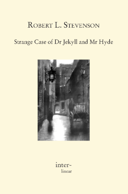 Buchcover von "Strange Case of Dr Jekyll and Mr Hyde" von Robert. L. Stevenson. - Text: Story of the Door   Mr Utterson the lawyer was a man of a rugged countenance, that was never lighted by a smile; cold, scanty and embarrassed in discourse; backward in sentiment; lean, long, dusty, dreary and yet somehow lovable. At friendly meetings, and when the wine was to his taste, something eminently human beaconed from his eye; something indeed which never found its way into his talk, but which spoke not only in these silent symbols of the after-dinner face, but more often and loudly in the acts of his life. He was austere with himself; drank gin when he was alone, to mortify a taste for vintages; and though he enjoyed the theatre, had not crossed the doors of one for twenty years. But he had an approved tolerance for others; sometimes wondering, almost with envy, at the high pressure of spirits involved in their misdeeds; and in any extremity inclined to help rather than to reprove. “I incline to Cain’s heresy,” he used to say quaintly: “I let my brother go to the devil in his own way.” In this character, it was frequently his fortune to be the last reputable acquaintance and the last good influence in the lives of down-going men. And to such as these, so long as they came about his chambers, he never marked a shade of change in his demeanour.  No doubt the feat was easy to Mr Utterson; for he was undemonstrative at the best, and even his friendships seemed to be founded in a similar catholicity of good-nature. It is the mark of a modest man to accept his friendly circle ready-made from the hands of opportunity; and that was the lawyer’s way. His friends were those of his own blood or those whom he had known the longest; his affections, like ivy, were the growth of time, they implied no aptness in the object. Hence, no doubt, the bond that united him to Mr Richard Enfield, his distant kinsman, the well-known man about town. It was a nut to crack for many, what these two could see in each other or what subject they could find in common. It was reported by those who encountered them in their Sunday walks, that they said nothing, looked singularly dull, and would hail with obvious relief the appearance of a friend. For all that, the two men put the greatest store by these excursions, counted them the chief jewel of each week, and not only set aside occasions of pleasure, but even resisted the calls of business, that they might enjoy them uninterrupted.  It chanced on one of these rambles that their way led them down a by-street in a busy quarter of London. The street was small and what is called quiet, but it drove a thriving trade on the weekdays. The inhabitants were all doing well, it seemed, and all emulously hoping to do better still, and laying out the surplus of their gains in coquetry; so that the shop fronts stood along that thoroughfare with an air of invitation, like rows of smiling saleswomen. Even on Sunday, when it veiled its more florid charms and lay comparatively empty of passage, the street shone out in contrast to its dingy neighbourhood, like a fire in a forest; and with its freshly painted shutters, well-polished brasses, and general cleanliness and gaiety of note, instantly caught and pleased the eye of the passenger.  Two doors from one corner, on the left hand going east, the line was broken by the entry of a court; and just at that point, a certain sinister block of building thrust forward its gable on the street. It was two storeys high; showed no window, nothing but a door on the lower storey and a blind forehead of discoloured wall on the upper; and bore in every feature, the marks of prolonged and sordid negligence. The door, which was equipped with neither bell nor knocker, was blistered and distained. Tramps slouched into the recess and struck matches on the panels; children kept shop upon the steps; the schoolboy had tried his knife on the mouldings; and for close on a generation, no one had appeared to drive away these random visitors or to repair their ravages.  Mr Enfield and the lawyer were on the other side of the by-street; but when they came abreast of the entry, the former lifted up his cane and pointed. “Did you ever remark that door?” he asked; and when his companion had replied in the affirmative, “It is connected in my mind,” added he, “with a very odd story.” “Indeed?” said Mr Utterson, with a slight change of voice, “and what was that?”  “Well, it was this way,” returned Mr Enfield: “I was coming home from some place at the end of the world, about three o’clock of a black winter morning, and my way lay through a part of town where there was literally nothing to be seen but lamps. Street after street, and all the folks asleep—street after street, all lighted up as if for a procession and all as empty as a church—till at last I got into that state of mind when a man listens and listens and begins to long for the sight of a policeman. All at once, I saw two figures: one a little man who was stumping along eastward at a good walk, and the other a girl of maybe eight or ten who was running as hard as she was able down a cross street. Well, sir, the two ran into one another naturally enough at the corner; and then came the horrible part of the thing; for the man trampled calmly over the child’s body and left her screaming on the ground. It sounds nothing to hear, but it was hellish to see. It wasn’t like a man; it was like some damned Juggernaut. I gave a view halloa, took to my heels, collared my gentleman, and brought him back to where there was already quite a group about the screaming child. He was perfectly cool and made no resistance, but gave me one look, so ugly that it brought out the sweat on me like running. The people who had turned out were the girl’s own family; and pretty soon, the doctor, for whom she had been sent, put in his appearance. Well, the child was not much the worse, more frightened, according to the Sawbones; and there you might have supposed would be an end to it. But there was one curious circumstance.  I had taken a loathing to my gentleman at first sight. So had the child’s family, which was only natural. But the doctor’s case was what struck me. He was the usual cut and dry apothecary, of no particular age and colour, with a strong Edinburgh accent, and about as emotional as a bagpipe. Well, sir, he was like the rest of us; every time he looked at my prisoner, I saw that Sawbones turn sick and white with the desire to kill him. I knew what was in his mind, just as he knew what was in mine; and killing being out of the question, we did the next best: We told the man we could and would make such a scandal out of this, as should make his name stink from one end of London to the other. If he had any friends or any credit, we undertook that he should lose them. And all the time, as we were pitching it in red hot, we were keeping the women off him as best we could, for they were as wild as harpies. I never saw a circle of such hateful faces; and there was the man in the middle, with a kind of black, sneering coolness—frightened too, I could see that—but carrying it off, sir, really like Satan. “If you choose to make capital out of this accident,” said he, “I am naturally helpless. No gentleman but wishes to avoid a scene,” says he. “Name your figure.” Well, we screwed him up to a hundred pounds for the child’s family; he would have clearly liked to stick out; but there was something about the lot of us that meant mischief, and at last he struck. The next thing was to get the money; and where do you think he carried us but to that place with the door?—whipped out a key, went in, and presently came back with the matter of ten pounds in gold and a cheque for the balance on Coutts’s, drawn payable to bearer and signed with a name that I can’t mention, though it’s one of the points of my story, but it was a name at least very well known and often printed. The figure was stiff; but the signature was good for more than that, if it was only genuine. I took the liberty of pointing out to my gentleman that the whole business looked apocryphal, and that a man does not, in real life, walk into a cellar door at four in the morning and come out of it with another man’s cheque for close upon a hundred pounds. But he was quite easy and sneering. “Set your mind at rest,” says he, “I will stay with you till the banks open and cash the cheque myself.” So we all set off, the doctor, and the child’s father, and our friend and myself, and passed the rest of the night in my chambers; and next day, when we had breakfasted, went in a body to the bank. I gave in the cheque myself, and said I had every reason to believe it was a forgery. Not a bit of it. The cheque was genuine.” “Tut-tut,” said Mr Utterson.  “I see you feel as I do,” said Mr Enfield. “Yes, it’s a bad story. For my man was a fellow that nobody could have to do with, a really damnable man; and the person that drew the cheque is the very pink of the proprieties, celebrated too, and (what makes it worse) one of your fellows who do what they call good. Black mail, I suppose; an honest man paying through the nose for some of the capers of his youth. Black Mail House is what I call that place with the door, in consequence. Though even that, you know, is far from explaining all,” he added, and with the words fell into a vein of musing.  From this he was recalled by Mr Utterson asking rather suddenly: “And you don’t know if the drawer of the cheque lives there?” “A likely place isn’t it?” returned Mr Enfield. “But I happen to have noticed his address; he lives in some square or other.” “And you never asked about—the place with the door?” said Mr Utterson. “No, sir: I had a delicacy,” was the reply. “I feel very strongly about putting questions; it partakes too much of the style of the day of judgment. You start a question, and it’s like starting a stone. You sit quietly on the top of a hill; and away the stone goes, starting others; and presently some bland old bird (the last you would have thought of ) is knocked on the head in his own back garden and the family have to change their name. No, sir, I make it a rule of mine: the more it looks like Queer Street, the less I ask.” “A very good rule, too,” said the lawyer. “But I have studied the place for myself,” continued Mr Enfield. “It seems scarcely a house. There is no other door, and nobody goes in or out of that one but, once in a great while, the gentleman of my adventure. There are three windows looking on the court on the first floor; none below; the windows are always shut but they’re clean. And then there is a chimney which is generally smoking; so somebody must live there. And yet it’s not so sure; for the buildings are so packed together about that court, that it’s hard to say where one ends and another begins.”  The pair walked on again for a while in silence; and then “Enfield,” said Mr Utterson, “that’s a good rule of yours.” “Yes, I think it is,” returned Enfield. “But for all that,” continued the lawyer, “there’s one point I want to ask: I want to ask the name of that man who walked over the child.” “Well,” said Mr Enfield, “I can’t see what harm it would do. It was a man of the name of Hyde.” “Hm,” said Mr Utterson. “What sort of a man is he to see?” “He is not easy to describe. There is something wrong with his appearance; something displeasing, something downright detestable. I never saw a man I so disliked, and yet I scarce know why. He must be deformed somewhere; he gives a strong feeling of deformity, although I couldn’t specify the point. He’s an extraordinary looking man, and yet I really can name nothing out of the way. No, sir; I can make no hand of it; I can’t describe him. And it’s not want of memory; for I declare I can see him this moment.”  Mr Utterson again walked some way in silence and obviously under a weight of consideration. “You are sure he used a key?” he inquired at last. “My dear sir . . .” began Enfield, surprised out of himself. “Yes, I know,” said Utterson; “I know it must seem strange. The fact is, if I do not ask you the name of the other party, it is because I know it already. You see, Richard, your tale has gone home. If you have been inexact in any point, you had better correct it.” “I think you might have warned me,” returned the other with a touch of sullenness. “But I have been pedantically exact, as you call it. The fellow had a key; and what’s more, he has it still. I saw him use it, not a week ago.” Mr Utterson sighed deeply but said never a word; and the young man presently resumed. “Here is another lesson to say nothing,” said he. “I am ashamed of my long tongue. Let us make a bargain never to refer to this again.” “With all my heart,” said the lawyer. “I shake hands on that, Richard.”  Search for Mr Hyde   That evening, Mr Utterson came home to his bachelor house in sombre spirits and sat down to dinner without relish. It was his custom of a Sunday, when this meal was over, to sit close by the fire, a volume of some dry divinity on his reading desk, until the clock of the neighbouring church rang out the hour of twelve, when he would go soberly and gratefully to bed. On this night, however, as soon as the cloth was taken away, he took up a candle and went into his business room. There he opened his safe, took from the most private part of it a document endorsed on the envelope as Dr Jekyll’s Will, and sat down with a clouded brow to study its contents. The will was holograph, for Mr Utterson, though he took charge of it now that it was made, had refused to lend the least assistance in the making of it; it provided not only that, in case of the decease of Henry Jekyll, M.D., D.C.L., LL.D., F.R.S., &c., all his possessions were to pass into the hands of his “friend and benefactor Edward Hyde” but that in case of Dr Jekyll’s “disappearance or unexplained absence for any period exceeding three calendar months,” the said Edward Hyde should step into the said Henry Jekyll’s shoes without further delay and free from any burthen or obligation, beyond the payment of a few small sums to the members of the doctor’s household. This document had long been the lawyer’s eyesore. It offended him both as a lawyer and as a lover of the sane and customary sides of life, to whom the fanciful was the immodest. And hitherto it was his ignorance of Mr Hyde that had swelled his indignation; now, by a sudden turn, it was his knowledge. It was already bad enough when the name was but a name of which he could learn no more. It was worse when it began to be clothed upon with detestable attributes; and out of the shifting, insubstantial mists that had so long baffled his eye, there leaped up the sudden, definite presentment of a fiend. “I thought it was madness,” he said, as he replaced the obnoxious paper in the safe, “and now I begin to fear it is disgrace.” With that he blew out his candle, put on a great coat and set forth in the direction of Cavendish Square, that citadel of medicine, where his friend, the great Dr Lanyon, had his house and received his crowding patients. “If anyone knows, it will be Lanyon,” he had thought. The solemn butler knew and welcomed him; he was subjected to no stage of delay, but ushered direct from the door to the diningroom where Dr Lanyon sat alone over his wine. This was a hearty, healthy, dapper, red-faced gentleman, with a shock of hair prematurely white, and a boisterous and decided manner. At sight of Mr Utterson, he sprang up from his chair and welcomed him with both hands. The geniality, as was the way of the man, was somewhat theatrical to the eye; but it reposed on genuine feeling. For these two were old friends, old mates both at school and college, both thorough respecters of themselves and of each other, and, what does not always follow, men who thoroughly enjoyed each other’s company. After a little rambling talk, the lawyer led up to the subject which so disagreeably preoccupied his mind. “I suppose, Lanyon,” said he, “you and I must be the two oldest friends that Henry Jekyll has?” “I wish the friends were younger,” chuckled Dr Lanyon. “But I suppose we are. And what of that? I see little of him now.” “Indeed?” said Utterson. “I thought you had a bond of common interest.” “We had,” was the reply. “But it is more than ten years since Henry Jekyll became too fanciful for me. He began to go wrong, wrong in mind; and though of course I continue to take an interest in him for old sake’s sake as they say, I see and I have seen devilish little of the man. Such unscientific balderdash,” added the doctor, flushing suddenly purple, “would have estranged Damon and Pythias.”  This little spirt of temper was somewhat of a relief to Mr Utterson. “They have only differed on some point of science,” he thought; and being a man of no scientific passions (except in the matter of conveyancing) he even added: “It is nothing worse than that!” He gave his friend a few seconds to recover his composure, and then approached the question he had come to put. “Did you ever come across a protégé of his—one Hyde?” he asked. “Hyde?” repeated Lanyon. “No. Never heard of him. Since my time.” That was the amount of information that the lawyer carried back with him to the great, dark bed on which he tossed to and fro, until the small hours of the morning began to grow large. It was a night of little ease to his toiling mind, toiling in mere darkness and besieged by questions. Six o’clock struck on the bells of the church that was so conveniently near to Mr Utterson’s dwelling, and still he was digging at the problem. Hitherto it had touched him on the intellectual side alone; but now his imagination also was engaged or rather enslaved; and as he lay and tossed in the gross darkness of the night and the curtained room, Mr Enfield’s tale went by before his mind in a scroll of lighted pictures. He would be aware of the great field of lamps of a nocturnal city; then of the figure of a man walking swiftly; then of a child running from the doctor’s; and then these met, and that human Juggernaut trod the child down and passed on regardless of her screams. Or else he would see a room in a rich house, where his friend lay asleep, dreaming and smiling at his dreams; and then the door of that room would be opened, the curtains of the bed plucked apart, the sleeper recalled, and lo! there would stand by his side a figure to whom power was given, and even at that dead hour, he must rise and do its bidding. The figure in these two phases haunted the lawyer all night; and if at any time he dozed over, it was but to see it glide more stealthily through sleeping houses, or move the more swiftly and still the more swiftly, even to dizziness, through wider labyrinths of lamplighted city, and at every street corner crush a child and leave her screaming. And still the figure had no face by which he might know it; even in his dreams, it had no face, or one that baffled him and melted before his eyes; and thus it was that there sprang up and grew apace in the lawyer’s mind a singularly strong, almost an inordinate, curiosity to behold the features of the real Mr Hyde. If he could but once set eyes on him, he thought the mystery would lighten and perhaps roll altogether away, as was the habit of mysterious things when well examined. He might see a reason for his friend’s strange preference or bondage (call it which you please) and even for the startling clauses of the will. And at least it would be a face worth seeing: the face of a man who was without bowels of mercy: a face which had but to show itself to raise up, in the mind of the unimpressionable Enfield, a spirit of enduring hatred. From that time forward, Mr Utterson began to haunt the door in the bystreet of shops. In the morning before office hours, at noon when business was plenty and time scarce, at night under the face of the fogged city moon, by all lights and at all hours of solitude or concourse, the lawyer was to be found on his chosen post. “If he be Mr Hyde,” he had thought, “I shall be Mr Seek.” And at last his patience was rewarded. It was a fine dry night; frost in the air; the streets as clean as a ballroom floor; the lamps, unshaken by any wind, drawing a regular pattern of light and shadow. By ten o’clock, when the shops were closed, the bystreet was very solitary and, in spite of the low growl of London from all round, very silent. Small sounds carried far; domestic sounds out of the houses were clearly audible on either side of the roadway; and the rumour of the approach of any passenger preceded him by a long time. Mr Utterson had been some minutes at his post, when he was aware of an odd, light footstep drawing near. In the course of his nightly patrols, he had long grown accustomed to the quaint effect with which the footfalls of a single person, while he is still a great way off, suddenly spring out distinct from the vast hum and clatter of the city. Yet his attention had never before been so sharply and decisively arrested; and it was with a strong, superstitious prevision of success that he withdrew into the entry of the court. The steps drew swiftly nearer, and swelled out suddenly louder as they turned the end of the street. The lawyer, looking forth from the entry, could soon see what manner of man he had to deal with. He was small and very plainly dressed, and the look of him, even at that distance, went somehow strongly against the watcher’s inclination. But he made straight for the door, crossing the roadway to save time; and as he came, he drew a key from his pocket like one approaching home. Mr Utterson stepped out and touched him on the shoulder as he passed. “Mr Hyde, I think?” Mr Hyde shrank back with a hissing intake of the breath. But his fear was only momentary; and though he did not look the lawyer in the face, he answered coolly enough: “That is my name. What do you want?” “I see you are going in,” returned the lawyer. “I am an old friend of Dr Jekyll’s—Mr Utterson of Gaunt Street—you must have heard my name; and meeting you so conveniently, I thought you might admit me.” “You will not find Dr Jekyll; he is from home,” replied Mr Hyde, blowing in the key. And then suddenly, but still without looking up, “How did you know me?” he asked. “On your side,” said Mr Utterson, “will you do me a favour?” “With pleasure,” replied the other. “What shall it be?” “Will you let me see your face?” asked the lawyer. Mr Hyde appeared to hesitate, and then, as if upon some sudden reflection, fronted about with an air of defiance; and the pair stared at each other pretty fixedly for a few seconds. “Now I shall know you again,” said Mr Utterson. “It may be useful.” “Yes,” returned Mr Hyde, “it is as well we have met; and à propos you should have my address.” And he gave a number of a street in Soho. “Good God!” thought Mr Utterson, “can he too have been thinking of the will?” But he kept his feelings to himself and only grunted in acknowledgement of the address. “And now,” said the other, “how did you know me?” “By description,” was the reply. “Whose description?” “We have common friends,” said Mr Utterson. “Common friends?” echoed Mr Hyde, a little hoarsely. “Who are they?” “Jekyll, for instance,” said the lawyer. “He never told you,” cried Mr Hyde, with a flush of anger. “I did not think you would have lied.” “Come,” said Mr Utterson, “that is not fitting language.” The other snarled aloud into a savage laugh; and the next moment, with extraordinary quickness, he had unlocked the door and disappeared into the house. The lawyer stood awhile when Mr Hyde had left him, the picture of disquietude. Then he began slowly to mount the street, pausing every step or two and putting his hand to his brow like a man in mental perplexity. The problem he was thus debating as he walked, was one of a class that is rarely solved. Mr Hyde was pale and dwarfish, he gave an impression of deformity without any name­able malformation, he had a displeasing smile, he had borne himself to the lawyer with a sort of murderous mixture of timidity and boldness, and he spoke with a husky, whispering and somewhat broken voice; all these were points against him, but not all of these together could explain the hitherto unknown disgust, loathing and fear with which Mr Utterson regarded him. “There must be something else,” said the perplexed gentleman. “There is something more, if I could find a name for it. God bless me, the man seems hardly human! Something troglodytic, shall we say? or can it be the old story of Dr Fell? or is it the mere radiance of a foul soul that thus transpires through, and transfigures, its clay continent? The last, I think; for my poor old Harry Jekyll, if ever I read Satan’s signature upon a face, it is on that of your new friend.” Round the corner from the bystreet, there was a square of ancient, handsome houses, now for the most part decayed from their high estate and let in flats and chambers to all sorts and conditions of men: map-engravers, architects, shady lawyers and the agents of obscure enterprises. One house, however, second from the corner, was still occupied entire; and at the door of this, which wore a great air of wealth and comfort, though it was now plunged in darkness except for the fan-light, Mr Utterson stopped and knocked. A well-dressed, elderly servant opened the door. “Is Dr Jekyll at home, Poole?” asked the lawyer. “I will see, Mr Utterson,” said Poole, admitting the visitor, as he spoke, into a large, low-roofed, comfortable hall, paved with flags, warmed (after the fashion of a country house) by a bright, open fire, and furnished with costly cabinets of oak. “Will you wait here by the fire, sir? or shall I give you a light in the dining-room?” “Here, thank you,” said the lawyer, and he drew near and leaned on the tall fender. This hall, in which he was now left alone, was a pet fancy of his friend the doctor’s; and Utterson himself was wont to speak of it as the pleasantest room in London. But to-night there was a shudder in his blood; the face of Hyde sat heavy on his memory; he felt (what was rare with him) a nausea and distaste of life; and in the gloom of his spirits, he seemed to read a menace in the flickering of the firelight on the polished cabinets and the uneasy starting of the shadow on the roof. He was ashamed of his relief, when Poole presently returned to announce that Dr Jekyll was gone out. “I saw Mr Hyde go in by the old dissecting room door, Poole,” he said. “Is that right, when Dr Jekyll is from home?” “Quite right, Mr Utterson, sir,” replied the servant. “Mr Hyde has a key.” “Your master seems to repose a great deal of trust in that young man, Poole,” resumed the other musingly. “Yes, sir, he do indeed,” said Poole. “We have all orders to obey him.” “I do not think I ever met Mr Hyde?” asked Utterson. “O, dear no, sir. He never dines here,” replied the butler. “Indeed we see very little of him on this side of the house; he mostly comes and goes by the laboratory.” “Well, good night, Poole.” “Good night, Mr Utterson.” And the lawyer set out homeward with a very heavy heart. “Poor Harry Jekyll,” he thought, “my mind misgives me he is in deep waters! He was wild when he was young; a long while ago to be sure; but in the law of God, there is no statute of limitations. Ay, it must be that; the ghost of some old sin, the cancer of some concealed disgrace: punishment coming, pede claudo, years after memory has forgotten and self-love condoned the fault.” And the lawyer, scared by the thought, brooded awhile on his own past, groping in all the corners of memory, lest by chance some Jack-in-the-Box of an old iniquity should leap to light there. His past was fairly blameless; few men could read the rolls of their life with less apprehension; yet he was humbled to the dust by the many ill things he had done, and raised up again into a sober and fearful gratitude by the many that he had come so near to doing, yet avoided. And then by a return on his former subject, he conceived a spark of hope. “This Master Hyde, if he were studied,” thought he, “must have secrets of his own: black secrets, by the look of him; secrets compared to which poor Jekyll’s worst would be like sunshine. Things cannot continue as they are. It turns me cold to think of this creature stealing like a thief to Harry’s bedside; poor Harry, what a wakening! And the danger of it; for if this Hyde suspects the existence of the will, he may grow impatient to inherit. Ay, I must put my shoulder to the wheel—if Jekyll will but let me,” he added, “if Jekyll will only let me.” For once more he saw before his mind’s eye, as clear as a transparency, the strange clauses of the will.  Dr Jekyll was quite at Ease  A fortnight later, by excellent good fortune, the doctor gave one of his pleasant dinners to some five or six old cronies, all intelligent, reputable men and all judges of good wine; and Mr Utterson so contrived that he remained behind after the others had departed. This was no new arrangement, but a thing that had befallen many scores of times. Where Utterson was liked, he was liked well. Hosts loved to detain the dry lawyer, when the light-hearted and the loose-tongued had already their foot on the threshold; they liked to sit awhile in his unobtrusive company, practising for solitude, sobering their minds in the man’s rich silence after the expense and strain of gaiety. To this rule, Dr Jekyll was no exception; and as he now sat on the opposite side of the fire—a large, well-made, smooth-faced man of fifty, with something of a slyish cast perhaps, but every mark of capacity and kindness— you could see by his looks that he cherished for Mr Utterson a sincere and warm affection. “I have been wanting to speak to you, Jekyll,” began the latter. “You know that will of yours?” A close observer might have gathered that the topic was distasteful; but the doctor carried it off gaily. “My poor Utterson,” said he, “you are unfortunate in such a client. I never saw a man so distressed as you were by my will; unless it were that hidebound pedant, Lanyon, at what he called my scientific heresies. O, I know he’s a good fellow—you needn’t frown—an excellent fellow, and I always mean to see more of him; but a hide-bound pedant for all that; an ignorant, blatant pedant. I was never more disappointed in any man than Lanyon.” “You know I never approved of it,” pursued Utterson, ruthlessly disregarding the fresh topic. “My will? Yes, certainly, I know that,” said the doctor, a trifle sharply. “You have told me so.” “Well, I tell you so again,” continued the lawyer. “I have been learning something of young Hyde.” The large handsome face of Dr Jekyll grew pale to the very lips, and there came a blackness about his eyes. “I do not care to hear more,” said he. “This is a matter I thought we had agreed to drop.” “What I heard was abominable,” said Utterson. “It can make no change. You do not understand my position,” returned the doctor, with a certain incoherency of manner. “I am painfully situated, Utterson; my position is a very strange—a very strange one. It is one of those affairs that cannot be mended by talking.” “Jekyll,” said Utterson, “you know me: I am a man to be trusted. Make a clean breast of this in confidence; and I make no doubt I can get you out of it.” “My good Utterson,” said the doctor, “this is very good of you, this is downright good of you, and I cannot find words to thank you in. I believe you fully; I would trust you before any man alive, ay, before myself, if I could make the choice; but indeed it isn’t what you fancy; it is not so bad as that; and just to put your good heart at rest, I will tell you one thing: the moment I choose, I can be rid of Mr Hyde. I give you my hand upon that; and I thank you again and again; and I will just add one little word, Utterson, that I’m sure you’ll take in good part: this is a private matter, and I beg of you to let it sleep.” Utterson reflected a little, looking in the fire. “I have no doubt you are perfectly right,” he said at last, getting to his feet. “Well, but since we have touched upon this business, and for the last time I hope,” continued the doctor, “there is one point I should like you to understand. I have really a very great interest in poor Hyde. I know you have seen him; he told me so; and I fear he was rude. But I do sincerely take a great, a very great interest in that young man; and if I am taken away, Utterson, I wish you to promise me that you will bear with him and get his rights for him. I think you would, if you knew all; and it would be a weight off my mind if you would promise.” “I can’t pretend that I shall ever like him,” said the lawyer. “I don’t ask that,” pleaded Jekyll, laying his hand upon the other’s arm; “I only ask for justice; I only ask you to help him for my sake, when I am no longer here.” Utterson heaved an irrepressible sigh. “Well,” said he. “I pro­­mise.”  The Carew Murder Case  Nearly a year later, in the month of October 18—, London was startled by a crime of singular ferocity and rendered all the more notable by the high position of the victim. The details were few and startling. A maid servant living alone in a house not far from the river, had gone upstairs to bed about eleven. Although a fog rolled over the city in the small hours, the early part of the night was cloudless, and the lane, which the maid’s window overlooked, was brilliantly lit by the full moon. It seems she was romantically given, for she sat down upon her box, which stood immediately under the window, and fell into a dream of musing. Never (she used to say, with streaming tears, when she narrated that experience) never had she felt more at peace with all men or thought more kindly of the world. And as she so sat she became aware of an aged and beautiful gentleman with white hair, drawing near along the lane; and advancing to meet him, another and very small gentleman, to whom at first she paid less attention. When they had come within speech (which was just under the maid’s eyes) the older man bowed and accosted the other with a very pretty manner of politeness. It did not seem as if the subject of his address were of great importance; indeed, from his pointing, it sometimes appeared as if he were only inquiring his way; but the moon shone on his face as he spoke, and the girl was pleased to watch it, it seemed to breathe such an innocent and old-world kindness of disposition, yet with, something high too, as of a well-founded self-content. Presently her eye wandered to the other, and she was surprised to recognise in him a certain Mr Hyde, who had once visited her master and for whom she had conceived a dislike. He had in his hand a heavy cane, with which he was trifling; but he answered never a word, and seemed to listen with an ill-contained impatience. And then all of a sudden he broke out in a great flame of anger, stamping with his foot, brandishing the cane, and carrying on (as the maid described it) like a madman. The old gentleman took a step back, with the air of one very much surprised and a trifle hurt; and at that Mr Hyde broke out of all bounds and clubbed him to the earth. And next moment, with ape-like fury, he was trampling his victim under foot, and hailing down a storm of blows, under which the bones were audibly shattered and the body jumped upon the roadway. At the horror of these sights and sounds, the maid fainted. It was two o’clock when she came to herself and called for the police. The murderer was gone long ago; but there lay his victim in the middle of the lane, incredibly mangled. The stick with which the deed had been done, although it was of some rare and very tough and heavy wood, had broken in the middle under the stress of this insensate cruelty; and one splintered half had rolled in the neighbouring gutter—the other, without doubt, had been carried away by the murderer. A purse and a gold watch were found upon the victim; but no cards or papers, except a sealed and stamped envelope, which he had been probably carrying to the post, and which bore the name and address of Mr Utterson. This was brought to the lawyer the next morning, before he was out of bed; and he had no sooner seen it, and been told the circumstances, than he shot out a solemn lip. “I shall say nothing till I have seen the body,” said he; “this may be very serious. Have the kindness to wait while I dress.” And with the same grave countenance he hurried through his breakfast and drove to the police station, whither the body had been carried. As soon as he came into the cell, he nodded. “Yes,” said he, “I recognise him. I am sorry to say that this is Sir Danvers Carew.” “Good God, sir,” exclaimed the officer, “is it possible?” And the next moment his eye lighted up with professional ambition. “This will make a deal of noise,” he said. “And perhaps you can help us to the man.” And he briefly narrated what the maid had seen, and showed the broken stick. Mr Utterson had already quailed at the name of Hyde; but when the stick was laid before him, he could doubt no longer: broken and battered as it was, he recognised it for one that he had himself presented many years before to Henry Jekyll. “Is this Mr Hyde a person of small stature?” he inquired. “Particularly small and particularly wicked-looking, is what the maid calls him,” said the officer. Mr Utterson reflected; and then, raising his head, “If you will come with me in my cab,” he said, “I think I can take you to his house.” It was by this time about nine in the morning, and the first fog of the season. A great chocolate-coloured pall lowered over heaven, but the wind was continually charging and routing these embattled vapours; so that as the cab crawled from street to street, Mr Utterson beheld a marvellous number of degrees and hues of twilight; for here it would be dark like the back-end of evening; and there would be a glow of a rich, lurid brown, like the light of some strange conflagration; and here, for a moment, the fog would be quite broken up, and a haggard shaft of daylight would glance in between the swirling wreaths. The dismal quarter of Soho seen under these changing glimpses, with its muddy ways, and slatternly passengers, and its lamps, which had never been extinguished or had been kindled afresh to combat this mournful réinvasion of darkness, seemed, in the lawyer’s eyes, like a district of some city in a nightmare. The thoughts of his mind, besides, were of the gloomiest dye; and when he glanced at the companion of his drive, he was conscious of some touch of that terror of the law and the law’s officers, which may at times assail the most honest. As the cab drew up before the address indicated, the fog lifted a little and showed him a dingy street, a gin palace, a low French eating house, a shop for the retail of penny numbers and twopenny salads, many ragged children huddled in the doorways, and many women of many different nationalities passing out, key in hand, to have a morning glass; and the next moment the fog settled down again upon that part, as brown as umber, and cut him off from his black-guardly surroundings. This was the home of Henry Jekyll’s favourite; of a man who was heir to quarter of a million sterling. An ivory-faced and silvery-haired old woman opened the door. She had an evil face, smoothed by hypocrisy; but her manners were excellent. Yes, she said, this was Mr Hyde’s, but he was not at home; he had been in that night very late, but had gone away again in less than an hour; there was nothing strange in that; his habits were very irregular, and he was often absent; for instance, it was nearly two months since she had seen him till yesterday. “Very well then, we wish to see his rooms,” said the lawyer; and when the woman began to declare it was impossible, “I had better tell you who this person is,” he added. “This is Inspector Newcomen of Scotland Yard.” A flash of odious joy appeared upon the woman’s face. “Ah!” said she, “he is in trouble! What has he done?” Mr Utterson and the inspector exchanged glances. “He don’t seem a very popular character,” observed the latter. “And now, my good woman, just let me and this gentleman have a look about us.” In the whole extent of the house, which but for the old woman remained otherwise empty, Mr Hyde had only used a couple of rooms; but these were furnished with luxury and good taste. A closet was filled with wine; the plate was of silver, the napery elegant; a good picture hung upon the walls, a gift (as Utterson supposed) from Henry Jekyll, who was much of a connoisseur; and the carpets were of many plies and agreeable in colour. At this moment, however, the rooms bore every mark of having been recently and hurriedly ransacked; clothes lay about the floor, with their pockets inside out; lockfast drawers stood open; and on the hearth there lay a pile of gray ashes, as though many papers had been burned. From these embers the inspector disinterred the butt end of a green cheque book, which had resisted the action of the fire; the other half of the stick was found behind the door; and as this clinched his suspicions, the officer declared himself delighted. A visit to the bank, where several thousand pounds were found to be lying to the murderer’s credit, completed his gratification. “You may depend upon it, sir,” he told Mr Utterson: “I have him in my hand. He must have lost his head, or he never would have left the stick or, above all, burned the cheque book. Why, money’s life to the man. We have nothing to do but wait for him at the bank, and get out the handbills.” This last, however, was not so easy of accomplishment; for Mr Hyde had numbered few familiars—even the master of the servant maid had only seen him twice; his family could nowhere be traced; he had never been photographed; and the few who could describe him differed widely, as common observers will. Only on one point, were they agreed; and that was the haunting sense of unexpressed deformity with which the fugitive impressed his beholders.  Incident of the Letter  It was late in the afternoon, when Mr Utterson found his way to Dr Jekyll’s door, where he was at once admitted by Poole, and carried down by the kitchen offices and across a yard which had once been a garden, to the building which was indifferently known as the laboratory or the dissecting rooms. The doctor had bought the house from the heirs of a celebrated surgeon; and his own tastes being rather chemical than anatomical, had changed the destination of the block at the bottom of the garden. It was the first time that the lawyer had been received in that part of his friend’s quarters; and he eyed the dingy windowless structure with curiosity, and gazed round with a distasteful sense of strangeness as he crossed the theatre, once crowded with eager students and now lying gaunt and silent, the tables laden with chemical apparatus, the floor strewn with crates and littered with packing straw, and the light falling dimly through the foggy cupola. At the further end, a flight of stairs mounted to a door covered with red baize; and through this, Mr Utterson was at last received into the doctor’s cabinet. It was a large room, fitted round with glass presses, furnished, among other things, with a cheval-glass and a business table, and looking out upon the court by three dusty windows barred with iron. The fire burned in the grate; a lamp was set lighted on the chimney shelf, for even in the houses the fog began to lie thickly; and there, close up to the warmth, sat Dr Jekyll, looking deadly sick. He did not rise to meet his visitor, but held out a cold hand and bade him welcome in a changed voice. “And now,” said Mr Utterson, as soon as Poole had left them, “you have heard the news?” The doctor shuddered. “They were crying it in the square,” he said. “I heard them in my dining room.” “One word,” said the lawyer. “Carew was my client, but so are you, and I want to know what I am doing. You have not been mad enough to hide this fellow?” “Utterson, I swear to God,” cried the doctor, “I swear to God I will never set eyes on him again. I bind my honour to you that I am done with him in this world. It is all at an end. And indeed he does not want my help; you do not know him as I do; he is safe, he is quite safe; mark my words, he will never more be heard of.” The lawyer listened gloomily; he did not like his friend’s feverish manner. “You seem pretty sure of him,” said he; “and for your sake, I hope you may be right. If it came to a trial, your name might appear.” “I am quite sure of him,” replied Jekyll; “I have grounds for certainty that I cannot share with anyone. But there is one thing on which you may advise me. I have—I have received a letter; and I am at a loss whether I should show it to the police. I should like to leave it in your hands, Utterson; you would judge wisely I am sure; I have so great a trust in you.” “You fear, I suppose, that it might lead to his detection?” asked the lawyer. “No,” said the other. “I cannot say that I care what becomes of Hyde; I am quite done with him. I was thinking of my own character, which this hateful business has rather exposed.” Utterson ruminated awhile; he was surprised at his friend’s selfishness, and yet relieved by it. “Well,” said he, at last, “let me see the letter.” The letter was written in an odd, upright hand and signed ‘Edward Hyde’: and it signified, briefly enough, that the writer’s benefactor, Dr Jekyll, whom he had long so unworthily repaid for a thousand generosities, need labour under no alarm for his safety as he had means of escape on which he placed a sure dependence. The lawyer liked this letter well enough; it put a better colour on the intimacy than he had looked for; and he blamed himself for some of his past suspicions. “Have you the envelope?” he asked. “I burned it,” replied Jekyll, “before I thought what I was about. But it bore no postmark. The note was banded in.” “Shall I keep this and sleep upon it?” asked Utterson. “I wish you to judge for me entirely,” was the reply. “I have lost confidence in myself.” “Well, I shall consider,” returned the lawyer. “And now one word more: it was Hyde who dictated the terms in your will about that disappearance?” The doctor seemed seized with a qualm of faintness; he shut his mouth tight and nodded. “I knew it,” said Utterson. “He meant to murder you. You have had a fine escape.” “I have had what is far more to the purpose,” returned the doctor solemnly: “I have had a lesson—O God, Utterson, what a lesson I have had!” And he covered his face for a moment with his hands. On his way out, the lawyer stopped and had a word or two with Poole. “By the by,” said he, “there was a letter handed in to-day: what was the messenger like?” But Poole was positive nothing had come except by post; “and only circulars by that,” he added. This news sent off the visitor with his fears renewed. Plainly the letter had come by the laboratory door; possibly, indeed, it had been written in the cabinet; and if that were so, it must be differently judged, and handled with the more caution. The newsboys, as he went, were crying themselves hoarse along the footways: “Special edition. Shocking murder of an M.P.” That was the funeral oration of one friend and client; and he could not help a certain apprehension lest the good name of another should be sucked down in the eddy of the scandal. It was, at least, a ticklish decision that he had to make; and self-reliant as he was by habit, he began to cherish a longing for advice. It was not to be had directly; but perhaps, he thought, it might be fished for. Presently after, he sat on one side of his own hearth, with Mr Guest, his head clerk, upon the other, and midway between, at a nicely calculated distance from the fire, a bottle of a particular old wine that had long dwelt unsunned in the foundations of his house. The fog still slept on the wing above the drowned city, where the lamps glimmered like carbuncles; and through the muffle and smother of these fallen clouds, the procession of the town’s life was still rolling in through the great arteries with a sound as of a mighty wind. But the room was gay with fire-light. In the bottle the acids were long-ago resolved; the imperial dye had softened with time, as the colour grows richer in stained windows; and the glow of hot autumn afternoons on hillside vineyards, was ready to be set free and to disperse the fogs of London. Insensibly the lawyer melted. There was no man from whom he kept fewer secrets than Mr Guest; and he was not always sure that he kept as many as he meant. Guest had often been on business to the doctor’s; he knew Poole; he could scarce have failed to hear of Mr Hyde’s familiarity about the house; he might draw conclusions: was it not as well, then, that he should see a letter which put that mystery to rights? and above all since Guest, being a great student and critic of hand-writing, would consider the step natural and obliging? The clerk, besides, was a man of counsel; he would scarce read so strange a document without dropping a remark; and by that remark Mr Utterson might shape his future course. “This is a sad business about Sir Danvers,” he said. “Yes, sir, indeed. It has elicited a great deal of public feeling,” returned Guest. “The man, of course, was mad.” “I should like to hear your views on that,” replied Utterson. “I have a document here in his handwriting; it is between ourselves, for I scarce know what to do about it; it is an ugly business at the best. But there it is; quite in your way: a murderer’s autograph.” Guest’s eyes brightened, and he sat down at once and studied it with passion. “No, sir,” he said; “not mad; but it is an odd hand.” “And by all accounts a very odd writer,” added the lawyer. Just then the servant entered with a note. “Is that from Doctor Jekyll, sir?” inquired the clerk. “I thought I knew the writing. Anything private, Mr Utterson?” “Only an invitation to dinner. Why? do you want to see it?” “One moment. I thank you, sir;” and the clerk laid the two sheets of paper alongside and sedulously compared their contents. “Thank you, sir,” he said at last, returning both; “it’s a very interesting autograph.” There was a pause, during which Mr Utterson struggled with himself. “Why did you compare them. Guest?” he inquired suddenly. “Well, sir,” returned the clerk, “there’s a rather singular resemblance; the two hands are in many points identical: only differently sloped.” “Rather quaint,” said Utterson. “It is, as you say, rather quaint,” returned Guest. “I wouldn’t speak of this note, you know,” said the master. “No, sir,” said the clerk. “I understand.” But no sooner was Mr Utterson alone that night, than he locked the note into his safe where it reposed from that time forward. “What!” he thought. “Henry Jekyll forge for a murderer!” And his blood ran cold in his veins.  Remarkable Incident of Doctor Lanyon Time ran on; thousands of pounds were offered in reward, for the death of Sir Danvers was resented as a public injury; but Mr Hyde had disappeared out of the ken of the police as though he had never existed. Much of his past was unearthed, indeed, and all disreputable: tales came out of the man’s cruelty, at once so callous and violent, of his vile life, of his strange associates, of the hatred that seemed to have surrounded his career; but of his present whereabouts, not a whisper. From the time he had left the house in Soho on the morning of the murder, he was simply blotted out; and gradually, as time drew on, Mr Utterson began to recover from the hotness of his alarm, and to grow more at quiet with himself. The death of Sir Danvers was, to his way of thinking, more than paid for by the disappearance of Mr Hyde. Now that that evil influence had been withdrawn, a new life began for Dr Jekyll. He came out of his seclusion, renewed relations with his friends, became once more their familiar guest and entertainer; and whilst he had always been known for charities, he was now no less distinguished for religion. He was busy, he was much in the open air, he did good; his face seemed to open and brighten, as if with an inward consciousness of service; and for more than two months, the doctor was at peace. On the 8th of January Utterson had dined at the doctor’s with a small party; Lanyon had been there; and the face of the host had looked from one to the other as in the old days when the trio were inseparable friends. On the 12th, and again on the 14th, the door was shut against the lawyer. “The doctor was confined to the house,” Poole said, “and saw no one.” On the 15th, he tried again, and was again refused; and having now been used for the last two months to see his friend almost daily, he found this return of solitude to weigh upon his spirits. The fifth night, he had in Guest to dine with him; and the sixth he betook himself to Doctor Lanyon’s. There at least he was not denied admittance; but when he came in, he was shocked at the change which had taken place in the doctor’s appearance. He had his death-warrant written legibly upon his face. The rosy man had grown pale; his flesh had fallen away; he was visibly balder and older; and yet it was not so much these tokens of a swift physical decay that arrested the lawyer’s notice, as a look in the eye and quality of manner that seemed to testify to some deep-seated terror of the mind. It was unlikely that the doctor should fear death; and yet that was what Utterson was tempted to suspect. “Yes,” he thought; “he is a doctor, he must know his own state and that his days are counted; and the knowledge is more than he can bear.” And yet when Utterson remarked on his ill-looks, it was with an air of great firmness that Lanyon declared himself a doomed man. “I have had a shock,” he said, “and I shall never recover. It is a question of weeks. Well, life has been pleasant; I liked it; yes, sir, I used to like it. I sometimes think if we knew all, we should be more glad to get away.” “Jekyll is ill, too,” observed Utterson. “Have you seen him?” But Lanyon’s face changed, and he held up a trembling hand. “I wish to see or hear no more of Doctor Jekyll,” he said in a loud, unsteady voice. “I am quite done with that person; and I beg that you will spare me any allusion to one whom I regard as dead.” “Tut-tut,” said Mr Utterson; and then after a considerable pause, “Can’t I do anything?” he inquired. “We are three very old friends, Lanyon; we shall not live to make others.” “Nothing can be done,” returned Lanyon; “ask himself.” “He will not see me,” said the lawyer. “I am not surprised at that,” was the reply. “Some day, Utterson, after I am dead, you may perhaps come to learn the right and wrong of this. I cannot tell you. And in the meantime, if you can sit and talk with me of other things, for God’s sake, stay and do so; but if you cannot keep clear of this accursed topic, then, in God’s name, go, for I cannot bear it.” As soon as he got home, Utterson sat down and wrote to Jekyll, complaining of his exclusion from the house, and asking the cause of this unhappy break with Lanyon; and the next day brought him a long answer, often very pathetically worded, and sometimes darkly mysterious in drift. The quarrel with Lanyon was incurable. “I do not blame our old friend,” Jekyll wrote, “but I share his view that we must never meet. I mean from henceforth to lead a life of extreme seclusion; you must not be surprised, nor must you doubt my friendship, if my door is often shut even to you. You must suffer me to go my own dark way. I have brought on myself a punishment and a danger that I cannot name. If I am the chief of sinners, I am the chief of sufferers also. I could not think that this earth contained a place for sufferings and terrors so unmanning; and you can do but one thing, Utterson, to lighten this destiny, and that is to respect my silence,” Utterson was amazed; the dark influence of Hyde had been withdrawn, the doctor had returned to his old tasks and amities; a week ago, the prospect had smiled with every promise of a cheerful and an honoured age; and now in a moment, friendship, and peace of mind and the whole tenor of his life were wrecked. So great and unprepared a change pointed to madness; but in view of Lanyon’s manner and words, there must lie for it some deeper ground. A week afterwards Dr Lanyon took to his bed, and in something less than a fortnight he was dead. The night after the funeral, at which he had been sadly affected, Utterson locked the door of his business room, and sitting there by the light of a melancholy candle, drew out and set before him an envelope addressed by the hand and sealed with the seal of his dead friend. “Private: for the hands of J. G. Utterson alone and in case of his predecease to be destroyed unread,” so it was emphatically superscribed; and the lawyer dreaded to behold the contents. “I have buried one friend to-day,” he thought: “what if this should cost me another?” And then he condemned the fear as a disloyalty, and broke the seal. Within there was another enclosure, likewise sealed, and marked upon the cover as “not to be opened till the death or disappearance of Dr Henry Jekyll.” Utterson could not trust his eyes. Yes, it was disappearance; here again, as in the mad will which he had long ago restored to its author, here again were the idea of a disappearance and the name of Henry Jekyll bracketed. But in the will, that idea had sprung from the sinister suggestion of the man Hyde; it was set there with a purpose all too plain and horrible. Written by the hand of Lanyon, what should it mean? A great curiosity came on the trustee, to disregard the prohibition and dive at once to the bottom of these mysteries; but professional honour and faith to his dead friend were stringent obligations; and the packet slept in the inmost corner of his private safe. It is one thing to mortify curiosity, another to conquer it; and it may be doubted if, from that day forth, Utterson desired the society of his surviving friend with the same eagerness. He thought of him kindly; but his thoughts were disquieted and fearful. He went to call indeed; but he was perhaps relieved to be denied admittance; perhaps, in his heart, he preferred to speak with Poole upon the doorstep and surrounded by the air and sounds of the open city, rather than to be admitted into that house of voluntary bondage, and to sit and speak with its inscrutable recluse. Poole had, indeed, no very pleasant news to communicate. The doctor, it appeared, now more than ever confined himself to the cabinet over the laboratory, where he would sometimes even sleep; he was out of spirits, he had grown very silent, he did not read; it seemed as if he had something on his mind. Utterson became so used to the unvarying character of these reports, that he fell off little by little in the frequency of his visits.  Incident at the Window  It chanced on Sunday, when Mr Utterson was on his usual walk with Mr Enfield, that their way lay once again through the bystreet; and that when they came in front of the door, both stopped to gaze on it. “Well,” said Enfield, “that story’s at an end at least. We shall never see more of Mr Hyde.” “I hope not,” said Utterson. “Did I ever tell you that I once saw him, and shared your feeling of repulsion?” “It was impossible to do the one without the other,” returned Enfield. “And by the way what an ass you must have thought me, not to know that this was a back way to Dr Jekyll’s! It was partly your own fault that I found it out, even when I did.” “So you found it out, did you?” said Utterson. “But if that be so, we may step into the court and take a look at the windows. To tell you the truth, I am uneasy about poor Jekyll; and even outside, I feel as if the presence of a friend might do him good.” The court was very cool and a little damp, and full of premature twilight, although the sky, high up overhead, was still bright with sunset. The middle one of the three windows was half way open; and sitting close beside it, taking the air with an infinite sadness of mien, like some disconsolate prisoner, Utterson saw Dr Jekyll. “What! Jekyll!” he cried. “I trust you are better.” “I am very low, Utterson,” replied the doctor drearily, “very low. It will not last long, thank God.” “You stay too much indoors,” said the lawyer. “You should be out, whipping up the circulation like Mr Enfield and me. (This is my cousin—Mr Enfield—Dr Jekyll.) Come now; get your hat and take a quick turn with us.” “You are very good,” sighed the other. “I should like to very much; but no, no, no, it is quite impossible; I dare not. But indeed, Utterson, I am very glad to see you; this is really a great pleasure; I would ask you and Mr Enfield up, but the place is really not fit.” “Why then,” said the lawyer, good-naturedly, “the best thing we can do is to stay down here and speak with you from where we are.” “That is just what I was about to venture to propose,” returned the doctor with a smile. But the words were hardly uttered, before the smile was struck out of his face and succeeded by an expression of such abject terror and despair, as froze the very blood of the two gentlemen below. They saw it but for a glimpse, for the window was instantly thrust down; but that glimpse had been sufficient, and they turned and left the court without a word. In silence, too, they traversed the bystreet; and it was not until they had come into a neighbouring thoroughfare, where even upon a Sunday there were still some stirrings of life, that Mr Utterson at last turned and looked at his companion. They were both pale; and there was an answering horror in their eyes. “God forgive us, God forgive us,” said Mr Utterson. But Mr Enfield only nodded his head very seriously, and walked on once more in silence.  The Last Night Mr Utterson was sitting by his fireside one evening after dinner, when he was surprised to receive a visit from Poole. “Bless me, Poole, what brings you here?” he cried; and then taking a second look at him, “What ails you?” he added, “is the doctor ill?” “Mr Utterson,” said the man, “there is something wrong.” “Take a seat, and here is a glass of wine for you,” said the lawyer. “Now, take your time, and tell me plainly what you want.” “You know the doctor’s ways, sir,” replied Poole, “and how he shuts himself up. Well, he’s shut up again in the cabinet; and I don’t like it, sir—I wish I may die if I like it. Mr Utterson, sir, I’m afraid.” “Now, my good man,” said the lawyer, “be explicit. What are you afraid of?” “I’ve been afraid for about a week,” returned Poole, doggedly disregarding the question, “and I can bear it no more.” The man’s appearance amply bore out his words; his manner was altered for the worse; and except for the moment when he had first announced his terror, he had not once looked the lawyer in the face. Even now, he sat with the glass of wine untasted on his knee, and his eyes directed to a corner of the floor. “I can bear it no more,” he repeated. “Come,” said the lawyer, “I see you have some good reason, Poole; I see there is something seriously amiss. Try to tell me what it is.” “I think there’s been foul play,” said Poole, hoarsely. “Foul play!” cried the lawyer, a good deal frightened and rather inclined to be irritated in consequence. What foul play? What does the man mean?” “I daren’t say, sir,” was the answer; “but will you come along with me and see for yourself?” Mr Utterson’s only answer was to rise and get his hat and great coat; but he observed with wonder the greatness of the relief that appeared upon the butler’s face, and perhaps with no less, that the wine was still untasted when he set it down to follow. It was a wild, cold, seasonable night of March, with a pale moon, lying on her back as though the wind had tilted her, and a flying wrack of the most diaphanous and lawny texture. The wind made talking difficult, and flecked the blood into the face. It seemed to have swept the streets unusually bare of passengers, besides; for Mr Utterson thought he had never seen that part of London so deserted. He could have wished it otherwise; never in his life had he been conscious of so sharp a wish to see and touch his fellowcreatures; for struggle as he might, there was borne in upon his mind a crushing anticipation of calamity. The square, when they got there, was all full of wind and dust, and the thin trees in the garden were lashing themselves along the railing. Poole, who had kept all the way a pace or two ahead, now pulled up in the middle of the pavement, and in spite of the biting weather, took off his hat and mopped his brow with a red pocket-handkerchief. But for all the hurry of his coming, these were not the dews of exertion that he wiped away, but the moisture of some strangling anguish; for his face was white and his voice, when he spoke, harsh and broken. “Well, sir,” he said, “here we are, and God grant there be nothing wrong.” “Amen, Poole,” said the lawyer. Thereupon the servant knocked in a very guarded manner; the door was opened on the chain; and a voice asked from within, “Is that you, Poole?” “It’s all right,” said Poole. “Open the door.” The hall, when they entered it, was brightly lighted up; the fire was built high; and about the hearth the whole of the servants, men and women, stood huddled together like a flock of sheep. At the sight of Mr Utterson, the house-maid broke into hysterical whimpering; and the cook, crying out “Bless God! it’s Mr Utterson,” ran forward as if to take him in her arms. “What, what? Are you all here?” said the lawyer peevishly. “Very irregular, very unseemly; your master would be far from pleased.” “They’re all afraid,” said Poole. Blank silence followed, no one protesting; only the maid lifted up her voice and now wept loudly. “Hold your tongue!” Poole said to her, with a ferocity of accent that testified to his own jangled nerves; and indeed, when the girl had so suddenly raised the note of her lamentation, they had all started and turned towards the inner door with faces of dreadful expectation. “And now,” continued the butler, addressing the knife-boy, “reach me a candle, and we’ll get this through hands at once.” And then he begged Mr Utterson to follow him, and led the way to the back garden. “Now, sir,” said he, “you come as gently as you can. I want you to hear, and I don’t want you to be heard. And see here, sir, if by any chance he was to ask you in, don’t go.” Mr Utterson’s nerves, at this unlooked-for termination, gave a jerk that nearly threw him from his balance; but he recollected his courage and followed the butler into the laboratory building and through the surgical theatre, with its lumber of crates and bottles, to the foot of the stair. Here Poole motioned him to stand on one side and listen; while he himself, setting down the candle and making a great and obvious call on his resolution, mounted the steps and knocked with a somewhat uncertain hand on the red baize of the cabinet door. “Mr Utterson, sir, asking to see you,” he called; and even as he did so, once more violently signed to the lawyer to give ear. A voice answered from within: “Tell him I cannot see anyone,” it said complainingly. “Thank you, sir,” said Poole, with a note of something like triumph in his voice; and taking up his candle, he led Mr Utterson back across the yard and into the great kitchen, where the fire was out and the beetles were leaping on the floor. “Sir,” he said, looking Mr Utterson in the eyes, “was that my master’s voice?” “It seems much changed,” replied the lawyer, very pale, but giving look for look. “Changed? Well, yes, I think so,” said the butler. “Have I been twenty years in this man’s house, to be deceived about his voice? No, sir; master’s made away with; he was made away with, eight days ago, when we heard him cry out upon the name of God; and who’s in there instead of him, and why it stays there, is a thing that cries to Heaven, Mr Utterson!” “This is a very strange tale, Poole; this is rather a wild tale, my man,” said Mr Utterson, biting his finger. “Suppose it were as you suppose, supposing Dr Jekyll to have been—well, murdered, what could induce the murderer to stay? That won’t hold water; it doesn’t commend itself to reason.” “Well, Mr Utterson, you are a hard man to satisfy, but I’ll do it yet,” said Poole. “All this last week (you must know) him, or it, or whatever it is that lives in that cabinet, has been crying night and day for some sort of medicine and cannot get it to his mind. It was sometimes his way—the master’s, that is—to write his orders on a sheet of paper and throw it on the stair. We’ve had nothing else this week back; nothing but papers, and a closed door, and the very meals left there to be smuggled in when nobody was looking. Well, sir, every day, ay, and twice and thrice in the same day, there have been orders and complaints, and I have been sent flying to all the wholesale chemists in town. Every time I brought the stuff back, there would be another paper telling me to return it, because it was not pure, and another order to a different firm. This drug is wanted bitter bad, sir, whatever for.” “Have you any of these papers?” asked Mr Utterson. Poole felt in his pocket and handed out a crumpled note, which the lawyer, bending nearer to the candle, carefully examined. Its contents ran thus: “Dr Jekyll presents his compliments to Messrs. Maw. He assures them that their last sample is impure and quite useless for his present purpose. In the year 18—-, Dr J. purchased a somewhat large quantity from Messrs. M. He now begs them to search with the most sedulous care, and should any of the same quality be left, to forward it to him at once. Expense is no consideration. The importance of this to Dr J. can hardly be exaggerated.” So far the letter had run composedly enough, but here with a sudden splutter of the pen, the writer’s emotion had broken loose. “For God’s sake,” he had added, “find me some of the old.” “This is a strange note,” said Mr Utterson; and then sharply, “How do you come to have it open?” “The man at Maw’s was main angry, sir, and he threw it back to me like so much dirt,” returned Poole. “This is unquestionably the doctor’s hand, do you know?” resumed the lawyer. “I thought it looked like it,” said the servant rather sulkily; and then, with another voice, “But what matters hand of write,” he said. “I’ve seen him!” “Seen him?” repeated Mr Utterson. “Well?” “That’s it!” said Poole. “It was this way. I came suddenly into the theatre from the garden. It seems he had slipped out to look for this drug or whatever it is; for the cabinet door was open, and there he was at the far end of the room digging among the crates. He looked up when I came in, gave a kind of cry, and whipped upstairs into the cabinet. It was but for one minute that I saw him, but the hair stood upon my head like quills. Sir, if that was my master, why had he a mask upon his face? If it was my master, why did he cry out like a rat, and run from me? I have served him long enough. And then …” the man paused and passed his hand over his face. “These are all very strange circumstances,” said Mr Utterson, “but I think I begin to see daylight. Your master, Poole, is plainly seized with one of those maladies that both torture and deform the sufferer; hence, for aught I know, the alteration of his voice; hence the mask and his avoidance of his friends; hence his eagerness to find this drug, by means of which the poor soul retains some hope of ultimate recovery—God grant that he be not deceived! There is my explanation; it is sad enough, Poole, ay, and appalling to consider; but it is plain and natural, hangs well together and delivers us from all exorbitant alarms.” “Sir,” said the butler, turning to a sort of mottled pallor, “that thing was not my master, and there’s the truth. My master”—here he looked round him and began to whisper—“is a tall fine build of a man, and this was more of a dwarf.” Utterson attempted to protest. “O, sir,” cried Poole, “do you think I do not know my master after twenty years? do you think I do not know where his head comes to in the cabinet door, where I saw him every morning of my life? No, sir, that thing in the mask was never Doctor Jekyll—God knows what it was, but it was never Doctor Jekyll; and it is the belief of my heart that there was murder done.” “Poole” replied the lawyer, “if you say that, it will become my duty to make certain. Much as I desire to spare your master’s feelings, much as I am puzzled by this note which seems to prove him to be still alive, I shall consider it my duty to break in that door.” “Ah, Mr Utterson, that’s talking!” cried the butler. “And now comes the second question,” resumed Utterson: “Who is going to do it?” “Why, you and me, sir,” was the undaunted reply. “That is very well said,” returned the lawyer; “and whatever comes of it, I shall make it my business to see you are no loser.” “There is an axe in the theatre,” continued Poole; “and you might take the kitchen poker for yourself.” The lawyer took that rude but weighty instrument into his hand, and balanced it. “Do you know Poole,” he said, looking up, “that you and I are about to place ourselves in a position of some peril?” “You may say so, sir, indeed,” returned the butler. “It is well, then, that we should be frank,” said the other. “We both think more than we have said; let us make a clean breast. This masked figure that you saw, did you recognise it?” “Well, sir, it went so quick, and the creature was so doubled up, that I could hardly swear to that,” was the answer. “But if you mean, was it Mr Hyde?—why, yes, I think it was! You see, it was much of the same bigness; and it had the same quick light way with it; and then who else could have got in by the laboratory door? You have not forgot, sir, that at the time of the murder he had still the key with him? But that’s not all. I don’t know, Mr Utterson, if ever you met this Mr Hyde?” “Yes,” said the lawyer, “I once spoke with him.” “Then you must know as well as the rest of us that there was something queer about that gentleman—something that gave a man a turn—I don’t know rightly how to say it, sir, beyond this: that you felt it in your marrow kind of cold and thin.” “I own I felt something of what you describe,” said Mr Ut­terson. “Quite so, sir,” returned Poole. “Well, when that masked thing like a monkey jumped from among the chemicals and whipped into the cabinet, it went down my spine like ice. “O, I know it’s not evidence, Mr Utterson; I’m book-learned enough for that; but a man has his feelings, and I give you my bible-word it was Mr Hyde!” “Ay, ay,” said the lawyer. “My fears incline to the same point. Evil, I fear, founded—evil was sure to come—of that connection. Ay, truly, I believe you; I believe poor Harry is killed; and I believe his murderer (for what purpose, God alone can tell) is still lurking in his victim’s room. Well, let our name be vengeance. Call Bradshaw.” The footman came at the summons, very white and nervous. “Pull yourself together, Bradshaw,” said the lawyer. “This suspense, I know, is telling upon all of you; but it is now our intention to make an end of it. Poole, here, and I are going to force our way into the cabinet. If all is well, my shoulders are broad enough to bear the blame. Meanwhile, lest anything should really be amiss, or any malefactor seek to escape by the back, you and the boy must go round the corner with a pair of good sticks, and take your post at the laboratory door. We give you ten minutes, to get to your stations.” As Bradshaw left, the lawyer looked at his watch. “And now, Poole, let us get to ours,” he said; and taking the poker under his arm, he led the way into the yard. The scud had banked over the moon, and it was now quite dark. The wind, which only broke in puffs and draughts into that deep well of building, tossed the light of the candle to and fro about their steps, until they came into the shelter of the theatre, where they sat down silently to wait. London hummed solemnly all around; but nearer at hand, the stillness was only broken by the sound of a footfall moving to and fro along the cabinet floor. “So it will walk all day, sir,” whispered Poole; “ay, and the better part of the night. Only when a new sample comes from the chemist, there’s a bit of a break. Ah, it’s an ill-conscience that’s such an enemy to rest! Ah, sir, there’s blood foully shed in every step of it! But hark again, a little closer—put your heart in your ears Mr Utterson, and tell me, is that the doctor’s foot?” The steps fell lightly and oddly, with a certain swing, for all they went so slowly; it was different indeed from the heavy creaking tread of Henry Jekyll. Utterson sighed. “Is there never anything else?” he asked. Poole nodded. “Once,” he said. “Once I heard it weeping!” “Weeping? how that?” said the lawyer, conscious of a sudden chill of horror. “Weeping like a woman or a lost soul,” said the butler. “I came away with that upon my heart, that I could have wept too.” But now the ten minutes drew to an end. Poole disinterred the axe from under a stack of packing straw; the candle was set upon the nearest table to light them to the attack; and they drew near with bated breath to where that patient foot was still going up and down, up and down, in the quiet of the night. “Jekyll,” cried Utterson, with a loud voice, “I demand to see you.” He paused a moment, but there came no reply. “I give you fair warning, our suspicions are aroused, and I must and shall see you,” he resumed; “if not by fair means, then by foul—if not of your consent, then by brute force!” “Utterson,” said the voice, “for God’s sake, have mercy!” “Ah, that’s not Jekyll’s voice—it’s Hyde’s!” cried Utterson. “Down with the door, Poole.” Poole swung the axe over his shoulder; the blow shook the buil­ding, and the red baize door leaped against the lock and hinges. A dismal screech, as of mere animal terror, rang from the cabinet. Up went the axe again, and again the panels crashed and the frame bonded; four times the blow fell; but the wood was tough and the fittings were of excellent workmanship; and it was not until the fifth, that the lock burst in sunder and the wreck of the door fell inwards on the carpet. The besiegers, appalled by their own riot and the stillness that had succeeded, stood back a little and peered in. There lay the cabinet before their eyes in the quiet lamplight, a good fire glowing and chattering on the hearth, the kettle singing its thin strain, a drawer or two open, papers neatly set forth on the business table, and nearer the fire, the things laid out for tea: the quietest room, you would have said, and, but for the glazed presses full of chemicals, the most commonplace that night in London. Right in the midst there lay the body of a man sorely contorted and still twitching. They drew near on tiptoe, turned it on its back and beheld the face of Edward Hyde. He was dressed in clothes far too large for him, clothes of the doctor’s bigness; the cords of his face still moved with a semblance of life, but life was quite gone; and by the crushed phial in the hand and the strong smell of kernels that hung upon the air, Utterson knew that he was looking on the body of a self-destroyer. “We have come too late,” he said sternly, “whether to save or punish. Hyde is gone to his account; and it only remains for us to find the body of your master.” The far greater proportion of the building was occupied by the theatre, which filled almost the whole ground story and was lighted from above, and by the cabinet, which formed an upper story at one end and looked upon the court. A corridor joined the theatre to the door on the bystreet; and with this, the cabinet communicated separately by a second flight of stairs. There were besides a few dark closets and a spacious cellar. All these they now thoroughly examined. Each closet needed but a glance, for all were empty and all, by the dust that fell from their doors, had stood long unopened. The cellar, indeed, was filled with crazy lumber, mostly dating from the times of the surgeon who was Jekyll’s predecessor; but even as they opened the door, they were advertised of the uselessness of further search, by the fall of a perfect mat of cobweb which had for years sealed up the entrance. Nowhere was there any trace of Henry Jekyll, dead or alive. Poole stamped on the flags of the corridor. “He must be buried here,” he said, hearkening to the sound. “Or he may have fled,” said Utterson, and he turned to examine the door in the bystreet. It was locked; and lying near by on the flags, they found the key, already stained with rust. “This does not look like use,” observed the lawyer. “Use!” echoed Poole. “Do you not see, sir, it is broken? much as if a man had stamped on it.” “Ay,” continued Utterson, “and the fractures, too, are rusty.” The two men looked at each other with a scare. “This is beyond me, Poole,” said the lawyer. “Let us go back to the cabinet.” They mounted the stair in silence, and still with an occasional awestruck glance at the dead body, proceeded more thoroughly to examine the contents of the cabinet. At one table, there were traces of chemical work, various measured heaps of some white salt being laid on glass saucers, as though for an experiment in which the unhappy man had been prevented. “That is the same drug that I was always bringing him,” said Poole; and even as he spoke, the kettle with a startling noise boiled over. This brought them to the fireside, where the easy chair was drawn cosily up, and the tea things stood ready to the sitter’s elbow, the very sugar in the cup. There were several books on a shelf; one lay beside the tea things open, and Utterson was amazed to find it a copy of a pious work, for which Jekyll had several times expressed a great esteem, annotated, in his own hand, with startling blasphemies. Next, in the course of their review of the chamber, the searchers came to the cheval glass, into whose depths they looked with an involuntary horror. But it was so turned as to show them nothing but the rosy glow playing on the roof, the fire sparkling in a hundred repetitions along the glazed front of the presses, and their own pale and fearful countenances stooping to look in. “This glass have seen some strange things, sir,” whispered Poole. “And surely none stranger than itself,” echoed the lawyer in the same tones. “For what did Jekyll”—he caught himself up at the word with a start, and then conquering the weakness: “what could Jekyll want with it?” he said. “You may say that!” said Poole. Next they turned to the business table. On the desk among the neat array of papers, a large envelope was uppermost, and bore, in the doctor’s hand, the name of Mr Utterson. The lawyer unsealed it, and several enclosures fell to the floor. The first was a will, drawn in the same eccentric terms as the one which he had returned six months before, to serve as a testament in case of death and as a deed of gift in case of disappearance; but in place of the name of Edward Hyde, the lawyer, with indescribable amazement, read the name of Gabriel John Utterson. He looked at Poole, and then back at the paper, and last of all at the dead malefactor stretched upon the carpet. “My head goes round,” he said. “He has been all these days in possession; he had no cause to like me; he must have raged to see himself displaced; and he has not destroyed this document.” He caught up the next paper; it was a brief note in the doctor’s hand and dated at the top. “O Poole!” the lawyer cried, “he was alive and here this day. He cannot have been disposed of in so short a space, he must be still alive, he must have fled! And then, why fled? and how? and in that case, can we venture to declare this suicide? O, we must be careful. I foresee that we may yet involve your master in some dire catastrophe.” “Why don’t you read it, sir?” asked Poole. “Because I fear,” replied the lawyer solemnly. “God grant I have no cause for it!” And with that he brought the paper to his eyes and read as follows. “My dear Utterson,—When this shall fall into your hands, I shall have disappeared, under what circumstances I have not the penetration to foresee, but my instinct and all the circumstances of my nameless situation tell me that the end is sure and must be early. Go then, and first read the narrative which Lanyon warned me he was to place in your hands; and if you care to hear more, turn to the confession of Your unworthy and unhappy friend, ‘Henry Jekyll’.”  “There was a third enclosure?” asked Utterson. “Here, sir,” said Poole, and gave into his hands a considerable packet sealed in several places. The lawyer put it in his pocket. “I would say nothing of this paper. If your master has fled or is dead, we may at least save his credit. It is now ten; I must go home and read these documents in quiet; but I shall be back before midnight, when we shall send for the police.” They went out, locking the door of the theatre behind them; and Utterson, once more leaving the servants, gathered about the fire in the hall, trudged back to his office to read the two narratives in which this mystery was now to be explained.  Doctor Lanyon’s Narrative On the ninth of January, now four days ago, I received by the evening delivery a registered envelope, addressed in the hand of my colleague and old school-companion, Henry Jekyll. I was a good deal surprised by this; for we were by no means in the habit of correspondence; I had seen the man, dined with him, indeed, the night before; and I could imagine nothing in our intercourse that should justify the formality of registration. The contents increased my wonder; for this is how the letter ran: “10th December, 18— Dear Lanyon,—You are one of my oldest friends; and although we may have differed at times on scientific questions, I cannot remember, at least on my side, any break in our affection. There was never a day when, if you had said to me, “Jekyll, my life, my honour, my reason, depend upon you,” I would not have sacrificed my fortune or my left hand to help you. Lanyon, my life, my honour, my reason, are all at your mercy; if you fail me tonight, I am lost. You might suppose, after this preface, that I am going to ask you for something dishonourable to grant. Judge for yourself. “I want you to postpone all other engagements for to-night—ay, even if you were summoned to the bedside of an emperor; to take a cab, unless your carriage should be actually at the door; and with this letter in your hand for consultation, to drive straight to my house. Poole, my butler, has his orders; you will find him waiting your arrival with a locksmith. The door of my cabinet is then to be forced; and you are to go in alone; to open the glazed press (letter E) on the left hand, breaking the lock if it be shut; and to draw out, with all its contents as they stand, the fourth drawer from the top or (which is the same thing) the third from the bottom. In my extreme distress of mind, I have a morbid fear of misdirecting you; but even if I am in error, you may know the right drawer by its contents: some powders, a phial and a paper book. This drawer I beg of you to carry back with you to Cavendish Square exactly as it stands. That is the first part of the service: now for the second. You should be back, if you set out at once on the receipt of this, long before midnight; but I will leave you that amount of margin, not only in the fear of one of those obstacles that can neither be prevented nor foreseen, but because an hour when your servants are in bed is to be preferred for what will then remain to do. At midnight, then, I have to ask you to be alone in your consulting room, to admit with your own hand into the house a man who will present himself in my name, and to place in his hands the drawer that you will have brought with you from my cabinet. Then you will have played your part and earned my gratitude completely. Five minutes, afterwards, if you insist upon an explanation, you will have understood that these arrangements are of capital importance; and that by the neglect of one of them, fantastic as they must appear, you might have charged your conscience with my death or the shipwreck of my reason. Confident as I am that you will not trifle with this appeal, my heart sinks and my hand trembles at the bare thought of such a possibility. Think of me at this hour, in a strange place, labouring under a blackness of distress that no fancy can exaggerate, and yet well aware that, if you will but punctually serve me, my troubles will roll away like a story that is told. Serve me, my dear Lanyon, and save Your friend, H. J. P.S. I had already sealed this up when a fresh terror struck upon my soul. It is possible that the post office may fail me, and this letter not come into your hands until to-morrow morning. In that case, dear Lanyon, do my errand when it shall be most convenient for you in the course of the day; and once more expect my messenger at midnight. It may then already be too late; and if that night passes without event, you will know that you have seen the last of Henry Jekyll.”  Upon the reading of this letter, I made sure my colleague was insane; but till that was proved beyond the possibility of doubt, I felt bound to do as he requested. The less I understood of this farrago, the less I was in a position to judge of its importance; and an appeal so worded could not be set aside without a grave responsibility. I rose accordingly from table, got into a hansom, and drove straight to Jekyll’s house. The butler was awaiting my arrival; he had received by the same post as mine a registered letter of instruction, and had sent at once for a locksmith and a carpenter. The tradesmen came while we were yet speaking; and we moved in a body to old Dr Denman’s surgical theatre, from which (as you are doubtless aware) Jekyll’s private cabinet is most conveniently entered. The door was very strong, the lock excellent; the carpenter avowed he would have great trouble and have to do much damage, if force were to be used; and the locksmith was near despair. But this last was a handy fellow, and after two hours’ work, the door stood open. The press marked E was unlocked; and I took out the drawer, had it filled up with straw and tied in a sheet, and returned with it to Cavendish Square. Here I proceeded to examine its contents. The powders were neat­­ly enough made up, but not with the nicety of the dispensing chemist; so that it was plain they were of Jekyll’s private manufacture; and when I opened one of the wrappers, I found what seemed to me a simple, crystalline salt of a white colour. The phial, to which I next turned my attention, might have been about half-full of a blood-red liquor, which was highly pungent to the sense of smell and seemed to me to contain phosphorus and some volatile ether. At the other ingredients, I could make no guess. The book was an ordinary version book and contained little but a series of dates. These covered a period of many years, but I observed that the entries ceased nearly a year ago and quite abruptly. Here and there a brief remark was appended to a date, usually no more than a single word: “double” occurring perhaps six times in a total of several hundred entries; and once very early in the list and followed by several marks of exclamation, “total failure!!!” All this, though it whetted my curiosity, told me little that was definite. Here were a phial of some tincture, a paper of some salt, and the record of a series of experiments that had led (like too many of Jekyll’s investigations) to no end of practical usefulness. How could the presence of these articles in my house affect either the honour, the sanity, or the life of my flighty colleague? If his messenger could go to one place, why could he not go to another? And even granting some impediment, why was this gentleman to be received by me in secret? The more I reflected, the more convinced I grew that I was dealing with a case of cerebral disease; and though I dismissed my servants to bed, I loaded an old revolver that I might be found in some posture of self-defence. Twelve o’clock had scarce rung out over London, ere the knocker sounded very gently on the door. I went myself at the summons, and found a small man crouching against the pillars of the portico. “Are you come from Dr Jekyll?” I asked. He told me “yes” by a constrained gesture; and when I had bidden him enter, he did not obey me without a searching backward glance into the darkness of the square. There was a policeman not far off, advancing with his bull’s eye open; and at the sight, I thought my visitor started and made greater haste. These particulars struck me, I confess, disagreeably; and as I followed him into the bright light of the consulting room, I kept my hand ready on my weapon. Here, at last, I had a chance of clearly seeing him. I had never set eyes on him before, so much was certain. He was small, as I have said; I was struck besides with the shocking expression of his face, with his remarkable combination of great muscular activity and great apparent debility of constitution, and—last but not least—with the odd, subjective disturbance caused by his neighbourhood. This bore some resemblance to incipient rigor, and was accompanied by a marked sinking of the pulse. At the time, I set it down to some idiosyncratic, personal distaste, and merely wondered at the acuteness of the symptoms; but I have since had reason to believe the cause to lie much deeper in the nature of man, and to turn on some nobler hinge than the principle of hatred. This person (who had thus, from the first moment of his entrance, struck in me what I can only describe as a disgustful curiosity) was dressed in a fashion that would have made an ordinary person laughable: his clothes, that is to say, although they were of rich and sober fabric, were enormously too large for him in every measurement—the trousers hanging on his legs and rolled up to keep them from the ground, the waist of the coat below his haunches, and the collar sprawling wide upon his shoulders. Strange to relate, this ludicrous accoutrement was far from moving me to laughter. Rather, as there was something abnormal and misbegotten in the very essence of the creature that now faced me—something seizing, surprising and revolting—this fresh disparity seemed but to fit in with and to reinforce it; so that to my interest in the man’s nature and character, there was added a curiosity as to his origin, his life, his fortune and status in the world. These observations, though they have taken so great a space to be set down in, were yet the work of a few seconds. My visitor was, indeed, on fire with sombre excitement. “Have you got it?” he cried. “Have you got it?” And so lively was his impatience that he even laid his hand upon my arm and sought to shake me. I put him back, conscious at his touch of a certain icy pang along my blood. “Come, sir,” said I. “You forget that I have not yet the pleasure of your acquaintance. Be seated, if you please.” And I showed him an example, and sat down myself in my customary seat and with as fair an imitation of my ordinary manner to a patient, as the lateness of the hour, the nature of my preoccupations, and the horror I had of my visitor, would suffer me to muster. “I beg your pardon, Dr Lanyon,” he replied civilly enough. “What you say is very well founded; and my impatience has shown its heels to my politeness. I come here at the instance of your colleague. Dr Henry Jekyll, on a piece of business of some moment; and I understood . . .” he paused and put his hand to his throat, and I could see, in spite of his collected manner, that he was wrestling against the approaches of the hysteria—“I understood, a drawer . . .” But here I took pity on my visitor’s suspense, and some perhaps on my own growing curiosity. “There it is, sir,” said I, pointing to the drawer, where it lay on the floor behind a table and still covered with the sheet. He sprang to it, and then paused, and laid his hand upon his heart; I could hear his teeth grate with the convulsive action of his jaws; and his face was so ghastly to see that I grew alarmed both for his life and reason. “Compose yourself,” said I. He turned a dreadful smile to me, and as if with the decision of despair, plucked away the sheet. At sight of the contents, he uttered one loud sob of such immense relief that I sat petrified. And the next moment, in a voice that was already fairly well under control, “Have you a graduated glass?” he asked. I rose from my place with something of an effort and gave him what he asked. He thanked me with a smiling nod, measured out a few minims of the red tincture and added one of the powders. The mixture, which was at first of a reddish hue, began, in proportion as the crystals melted, to brighten in colour, to effervesce audibly, and to throw off small fumes of vapour. Suddenly and at the same moment, the ebullition ceased and the compound changed to a dark purple, which faded again more slowly to a watery green. My visitor, who had watched these metamorphoses with a keen eye, smiled, set down the glass upon the table, and then turned and looked upon me with an air of scrutiny. “And now,” said he, “to settle what remains. Will you be wise? will you be guided? will you suffer me to take this glass in my hand and to go forth from your house without further parley? or has the greed of curiosity too much command of you? Think before you answer, for it shall be done as you decide. As you decide, you shall be left as you were before, and neither richer nor wiser, unless the sense of service rendered to a man in mortal distress may be counted as a kind of riches of the soul. Or, if you shall so prefer to choose, a new province of knowledge and new avenues to fame and power shall be laid open to you, here, in this room, upon the instant; and your sight shall be blasted by a prodigy to stagger the unbelief of Satan.” “Sir,” said I, affecting a coolness that I was far from truly possessing, “you speak enigmas, and you will perhaps not wonder that I hear you with no very strong impression of belief. But I have gone too far in the way of inexplicable services to pause before I see the end.” “It is well,” replied my visitor. “Lanyon, you remember your vows: what follows is under the seal of our profession. And now, you who have so long been bound to the most narrow and material views, you who have denied the virtue of transcendental medicine, you who have derided your superiors—behold!” He put the glass to his lips and drank at one gulp. A cry followed; he reeled, staggered, clutched at the table and held on, staring with injected eyes, gasping with open mouth; and as I looked there came, I thought, a change—he seemed to swell—his face became suddenly black and the features seemed to melt and alter—and the next moment, I had sprung to my feet and leaped back against the wall, my arm raised to shield me from that prodigy, my mind submerged in terror. “O God!” I screamed, and “O God!” again and again; for there before my eyes—pale and shaken and half fainting, and groping before him with his hands, like a man restored from death—there stood Henry Jekyll! What he told me in the next hour, I cannot bring my mind to set on paper. I saw what I saw, I heard what I heard, and my soul sickened at it; and yet now when that sight has faded from my eyes, I ask myself if I believe it, and I cannot answer. My life is shaken to its roots; sleep has left me; the deadliest terror sits by me at all hours of the day and night; I feel that my days are numbered, and that I must die; and yet I shall die incredulous. As for the moral turpitude that man unveiled to me, even with tears of penitence, I cannot, even in memory, dwell on it without a start of horror. I will say but one thing, Utterson, and that (if you can bring your mind to credit it) will be more than enough. The creature who crept into my house that night was, on Jekyll’s own confession, known by the name of Hyde and hunted for in every corner of the land as the murderer of Carew. Hastie Lanyon.  Henry Jekyll’s Full Statement of the Case I was born in the year 18— to a large fortune, endowed besides with excellent parts, inclined by nature to industry, fond of the respect of the wise and good among my fellow-men, and thus, as might have been supposed, with every guarantee of an honourable and distinguished future. And indeed the worst of my faults was a certain impatient gaiety of disposition, such as has made the happiness of many, but such as I found it hard to reconcile with my imperious desire to carry my head high, and wear a more than commonly grave countenance before the public. Hence it came about that I concealed my pleasures; and that when I reached years of reflection, and began to look round me and take stock of my progress and position in the world, I stood already committed to a profound duplicity of life. Many a man would have even blazoned such irregularities as I was guilty of; but from the high views that I had set before me, I regarded and hid them with an almost morbid sense of shame. It was thus rather the exacting nature of my aspirations than any particular degradation in my faults, that made me what I was and, with even a deeper trench than in the majority of men, severed in me those provinces of good and ill which divide and compound man’s dual nature. In this case, I was driven to reflect deeply and inveterately on that hard law of life, which lies at the root of religion and is one of the most plentiful springs of distress. Though so profound a double-dealer, I was in no sense a hypocrite; both sides of me were in dead earnest; I was no more myself when I laid aside restraint and plunged in shame, than when I laboured, in the eye of day, at the furtherance of knowledge or the relief of sorrow and suffering. And it chanced that the direction of my scientific studies, which led wholly towards the mystic and the transcendental, reacted and shed a strong light on this consciousness of the perennial war among my members. With every day, and from both sides of my intelligence, the moral and the intellectual, I thus drew steadily nearer to that truth, by whose partial discovery I have been doomed to such a dreadful shipwreck: that man is not truly one, but truly two. I say two, because the state of my own knowledge does not pass beyond that point. Others will follow, others will outstrip me on the same lines; and I hazard the guess that man will be ultimately known for a mere polity of multifarious, incongruous and independent denizens. I for my part, from the nature of my life, advanced infallibly in one direction and in one direction only. It was on the moral side, and in my own person, that I learned to recognise the thorough and primitive duality of man; I saw that, of the two natures that contended in the field of my consciousness, even if I could rightly be said to be either, it was only because I was radically both; and from an early date, even before the course of my scientific discoveries had begun to suggest the most naked possibility of such a miracle, I had learned to dwell with pleasure, as a beloved daydream, on the thought of the separation of these elements. If each, I told myself, could but be housed in separate identities, life would be relieved of all that was unbearable; the unjust might go his way, delivered from the aspirations and remorse of his more upright twin; and the just could walk steadfastly and securely on his upward path, doing the good things in which he found his pleasure, and no longer exposed to disgrace and penitence by the hands of this extraneous evil. It was the curse of mankind that these incongruous faggots were thus bound together—that in the agonised womb of consciousness, these polar twins should be continuously struggling. How, then, were they dissociated? I was so far in my reflections when, as I have said, a side light began to shine upon the subject from the laboratory table. I began to perceive more deeply than it has ever yet been stated, the trembling immateriality, the mist-like transience, of this seemingly so solid body in which we walk attired. Certain agents I found to have the power to shake and to pluck back that fleshly vestment, even as a wind might toss the curtains of a pavilion. For two good reasons, I will not enter deeply into this scientific branch of my confession. First, because I have been made to learn that the doom and burthen of our life is bound forever on man’s shoulders, and when the attempt is made to cast it off, it but returns upon us with more unfamiliar and more awful pressure. Second, because as my narrative will make, alas, too evident, my discoveries were incomplete. Enough, then, that I not only recognised my natural body for the mere aura and effulgence of certain of the powers that made up my spirit, but managed to compound a drug by which these powers should be dethroned from their supremacy, and a second form, and countenance substituted, none the less natural to me because they were the expression, and bore the stamp, of lower elements in my soul. I hesitated long before I put this theory to the test of practice. I knew well that I risked death; for any drug that so potently controlled and shook the very fortress of identity, might by the least scruple of an overdose or at the least inopportunity in the moment of exhibition, utterly blot out that immaterial tabernacle which I looked to it to change. But the temptation of a discovery so singular and profound, at last overcame the suggestions of alarm. I had long since prepared my tincture; I purchased at once, from a firm of wholesale chemists, a large quantity of a particular salt which I knew, from my experiments, to be the last ingredient required; and late one accursed night, I compounded the elements, watched them boil and smoke together in the glass, and when the ebullition had subsided, with a strong glow of courage, drank off the potion. The most racking pangs succeeded: a grinding in the bones, deadly nausea, and a horror of the spirit that cannot be exceeded at the hour of birth or death. Then these agonies began swiftly to subside, and I came to myself as if out of a great sickness. There was something strange in my sensations, something indescribably new and, from its very novelty, incredibly sweet. I felt younger, lighter, happier in body; within I was conscious of a heady recklessness, a current of disordered sensual images running like a mill race in my fancy, a solution of the bonds of obligation, an unknown but not an innocent freedom of the soul. I knew myself, at the first breath of this new life, to be more wicked, tenfold more wicked, sold a slave to my original evil; and the thought, in that moment, braced and delighted me like wine. I stretched out my hands, exulting in the freshness of these sensations; and in the act, I was suddenly aware that I had lost in stature. There was no mirror, at that date, in my room; that which stands beside me as I write, was brought there later on and for the very purpose of these transformations. The night, however, was far gone into the morning—the morning, black as it was, was nearly ripe for the conception of the day—the inmates of my house were locked in the most rigorous hours of slumber; and I determined, flushed as I was with hope and triumph, to venture in my new shape as far as to my bedroom. I crossed the yard, wherein the constellations looked down upon me, I could have thought, with wonder: the first creature of that sort that their unsleeping vigilance had yet disclosed to them; I stole through the corridors, a stranger in my own house; and coming to my room, I saw for the first time the appearance of Edward Hyde. I must here speak by theory alone, saying not that which I know, but that which I suppose to be most probable. The evil side of my nature, to which I had now transferred the stamping efficacy, was less robust and less developed than the good which I had just deposed. Again, in the course of my life, which had been, after all, nine tenths a life of effort, virtue and control, it had been much less exercised and much less exhausted. And hence, as I think, it came about that Edward Hyde was so much smaller, slighter and younger than Henry Jekyll. Even as good shone upon the countenance of the one, evil was written broadly and plainly on the face of the other. Evil besides (which I must still believe to be the lethal side of man) had left on that body an imprint of deformity and decay. And yet when I looked upon that ugly idol in the glass, I was conscious of no repugnance, rather of a leap of welcome. This, too, was myself. It seemed natural and human. In my eyes it bore a livelier image of the spirit, it seemed more express and single, than the imperfect and divided countenance, I had been hitherto accustomed to call mine. And in so far I was doubtless right. I have observed that when I wore the semblance of Edward Hyde, none could come near to me at first without a visible misgiving of the flesh. This, as I take it, was because all human beings, as we meet them, are commingled out of good and evil: and Edward Hyde, alone in the ranks of mankind, was pure evil. I lingered but a moment at the mirror: the second and conclusive experiment had yet to be attempted; it yet remained to be seen if I had lost my identity beyond redemption and must flee before daylight from a house that was no longer mine; and hurrying back to my cabinet, I once more prepared and drank the cup, once more suffered the pangs of dissolution, and came to myself once more with the character, the stature and the face of Henry Jekyll. That night I had come to the fatal cross roads. Had I approached my discovery in a more noble spirit, had I risked the experiment while under the empire of generous or pious aspirations, all must have been otherwise, and from these agonies of death and birth, I had come forth an angel instead of a fiend. The drug had no discriminating action; it was neither diabolical nor divine; it but shook the doors of the prisonhouse of my disposition; and like the captives of Philippi that which stood within ran forth. At that time my virtue slumbered; my evil, kept awake by ambition, was alert and swift to seize the occasion; and the thing that was projected was Edward Hyde. Hence, although I had now two characters as well as two appearances, one was wholly evil, and the other was still the old Henry Jekyll, that incongruous compound of whose reformation and improvement I had already learned to despair. The movement was thus wholly toward the worse. Even at that time, I had not yet conquered my aversion to the dryness of a life of study. I would still be merrily disposed at times; and as my pleasures were (to say the least) undignified, and I was not only well known and highly considered, but growing towards the elderly man, this incoherency of my life was daily growing more unwelcome. It was on this side that my new power tempted me until I fell in slavery. I had but to drink the cup, to doff at once the body of the noted professor, and to assume, like a thick cloak, that of Edward Hyde. I smiled at the notion; it seemed to me at the time to be humorous; and I made my preparations with the most studious care. I took and furnished that house in Soho, to which Hyde was tracked by the police; and engaged as housekeeper a creature whom I well knew to be silent and unscrupulous. On the other side, I announced to my servants that a Mr Hyde (whom I described) was to have full liberty and power about my house in the square; and to parry mishaps, I even called and made myself a familiar object, in my second character. I next drew up that will to which you so much objected; so that if any thing befell me in the person of Doctor Jekyll, I could enter on that of Edward Hyde without pecuniary loss. And thus fortified, as I supposed, on every side, I began to profit by the strange immunities of my position. Men have before hired bravos to transact their crimes, while their own person and reputation sat under shelter. I was the first that ever did so for his pleasures. I was the first that could thus plod in the public eye with a load of genial respectability, and in a moment, like a schoolboy, strip off these lendings and spring headlong into the sea of liberty. But for me, in my impenetrable mantle, the safety was complete. Think of it—I did not even exist! Let me but escape into my laboratory door, give me but a second or two to mix and swallow the draught that I had always standing ready; and whatever he had done, Edward Hyde would pass away like the stain of breath upon a mirror; and there in his stead, quietly at home, trimming the midnight lamp in his study, a man who could afford to laugh at suspicion, would be Henry Jekyll. The pleasures which I made haste to seek in my disguise were, as I have said, undignified; I would scarce use a harder term. But in the hands of Edward Hyde, they soon began to turn towards the monstrous. When I would come back from these excursions, I was often plunged into a kind of wonder at my vicarious depravity. This familiar that I called out of my own soul, and sent forth alone to do his good pleasure, was a being inherently malign and villainous; his every act and thought centered on self; drinking pleasure with bestial avidity from any degree of torture to another; relentless like a man of stone, Henry Jekyll stood at times aghast before the acts of Edward Hyde; but the situation was apart from ordinary laws, and insidiously relaxed the grasp of conscience. It was Hyde, after all, and Hyde alone, that was guilty. Jekyll was no worse; he woke again to his good qualities seemingly unimpaired; he would even make haste, where it was possible, to undo the evil done by Hyde. And thus his conscience slumbered. Into the details of the infamy at which I thus connived (for even now I can scarce grant that I committed it) I have no design of entering, I mean but to point out the warnings and the successive steps with, which my chastisement approached. I met with one accident which, as it brought on no consequence, I shall no more than mention. An act of cruelty to a child aroused against me the anger of a passer by, whom I recognised the other day in the person of your kinsman; the doctor and the child’s family joined him; there were moments when I feared for my life; and at last, in order to pacify their too just resentment, Edward Hyde had to bring them to the door, and pay them in a cheque drawn in the name, of Henry Jekyll. But this danger was easily eliminated from the future, by opening an account at another bank in the name of Ed­­­ward Hyde himself; and when, by sloping my own hand back­ward, I had supplied my double with a signature, I thought I sat beyond the reach of fate. Some two months before the murder of Sir Danvers, I had been out for one of my adventures, had returned at a late hour, and woke the next day in bed with somewhat odd sensations. It was in vain I looked about me; in vain I saw the decent furniture and tall proportions of my room in the square; in vain that I recognised the pattern of the bed curtains and the design of the mahogany frame; something still kept insisting that I was not where I was, that I had not wakened where I seemed to be, but in the little room in Soho where I was accustomed to sleep in the body of Edward Hyde. I smiled to myself, and, in my psychological way, began lazily to inquire into the elements of this illusion, occasionally, even as I did so, dropping back into a comfortable morning doze. I was still so engaged when, in one of my more wakeful moments, my eye fell upon my hand. Now the hand of Henry Jekyll (as you have often remarked) was professional in shape and size: it was large, firm, white and comely. But the hand which I now saw, clearly enough, in the yellow light of a mid-London morning, lying half shut on the bed clothes, was lean, corded, knuckly, of a dusky pallor and thickly shaded with a swart growth of hair. It was the hand of Edward Hyde. I must have stared upon it for near half a minute, sunk as I was in the mere stupidity of wonder, before terror woke up in my breast as sudden and startling as the crash of cymbals; and bounding from my bed, I rushed to the mirror. At the sight that met my eyes, my blood was changed into something exquisitely thin and icy. Yes, I had gone to bed Henry Jekyll, I had awakened Edward Hyde. How was this to be explained? I asked myself; and then, with another bound of terror—how was it to be remedied? It was well on in the morning; the servants were up; all my drugs were in the cabinet—a long journey, down two pair of stairs, through the back passage, across the open court and through the anatomical theatre, from where I was then standing horror-struck. It might indeed be possible to cover my face; but of what use was that, when I was unable to conceal the alteration in my stature? And then with an overpowering sweetness of relief, it came back upon my mind that the servants were already used to the coming and going of my second self. I had soon dressed, as well as I was able, in clothes of my own size: had soon passed through the house, where Bradshaw stared and drew back at seeing Mr Hyde at such an hour and in such a strange array; and ten minutes later, Dr Jekyll had returned to his own shape and was sitting down, with a darkened brow, to make a feint of breakfasting. Small indeed was my appetite. This inexplicable incident, this reversal of my previous experience, seemed, like the Babylonian finger on the wall, to be spelling out the letters of my judgment; and I began to reflect more seriously than ever before on the issues and possibilities of my double existence. That part of me which I had the power of projecting, had lately been much exercised and nourished; it had seemed to me of late as though the body of Edward Hyde had grown in stature, as though (when I wore that form) I were conscious of a more generous tide of blood; and I began to spy a danger that, if this were much prolonged, the balance of my nature might be permanently overthrown, the power of voluntary change be forfeited, and the character of Edward Hyde become irrevocably mine. The power of the drug had not been always equally displayed. Once, very early in my career, it had totally failed me; since then I had been obliged on more than one occasion to double, and once, with infinite risk of death, to treble the amount; and these rare uncertainties had cast hitherto the sole shadow on my contentment. Now, however, and in the light of that morning’s accident, I was led to remark that whereas, in the beginning, the difficulty had been to throw off the body of Jekyll, it had of late, gradually but decidedly transferred itself to the other side. All things therefore seemed to point to this: that I was slowly losing hold of my original and better self, and becoming slowly incorporated with my second and worse. Between these two, I now felt I had to choose. My two natures had memory in common, but all other faculties were most unequally shared between them. Jekyll (who was composite) now with the most sensitive apprehensions, now with a greedy gusto, projected and shared in the pleasures and adventures of Hyde; but Hyde was indifferent to Jekyll, or but remembered him as the mountain bandit remembers the cavern in which he conceals himself from pursuit. Jekyll had more than a father’s interest; Hyde had more than a son’s indifference. To cast in my lot with Jekyll, was to die to those appetites which I had long secretly indulged and had of late begun to pamper. To cast it in with Hyde, was to die to a thousand interests and aspirations, and to become, at a blow and forever, despised and friendless. The bargain might appear unequal; but there was still another consideration in the scales; for while Jekyll would suffer smartingly in the fires of abstinence, Hyde would be not even conscious of all that he had lost. Strange as my circumstances were, the terms of this debate are as old and commonplace as man; much the same inducements and alarms cast the die for any tempted and trembling sinner; and it fell out with me, as it falls with so vast a majority of my fellows, that I chose the better part and was found wanting in the strength to keep to it. Yes, I preferred the elderly and discontented doctor, surrounded by friends and cherishing honest hopes; and bade a resolute farewell to the liberty, the comparative youth, the light step, leaping pulses and secret pleasures, that I had enjoyed in the disguise of Hyde. I made this choice perhaps with some unconscious reservation, for I neither gave up the house in Soho, nor destroyed the clothes of Edward Hyde, which still lay ready in my cabinet. For two months, however, I was true to my determination; for two months, I led a life of such severity as I had never before attained to, and enjoyed the compensations of an approving conscience. But time began at last to obliterate the freshness of my alarm; the praises of conscience began to grow into a thing of course; I began to be tortured with throes and longings, as of Hyde struggling after freedom; and at last, in an hour of moral weakness, I once again compounded and swallowed the transforming draught. I do not suppose that, when a drunkard reasons with himself upon his vice, he is once out of five hundred times affected by the dangers that he runs through his brutish, physical insensibility; neither had I, long as I had considered my position, made enough allowance for the complete moral insensibility and insensate readiness to evil, which were the leading characters of Edward Hyde. Yet it was by these that I was punished. My devil had been long caged, he came out roaring. I was conscious, even when I took the draught, of a more unbridled, a more furious propensity to ill. It must have been this, I suppose, that stirred in my soul that tempest of impatience with which I listened to the civilities of my unhappy victim; I declare at least, before God, no man morally sane could have been guilty of that crime upon so pitiful a provocation; and that I struck in no more reasonable spirit than that in which a sick child may break a plaything. But I had voluntarily stripped myself of all those balancing instincts, by which even the worst of us continues to walk with some degree of steadiness among temptations; and in my case, to be tempted, however slightly, was to fall. Instantly the spirit of hell awoke in me and raged. With a transport of glee, I mauled the unresisting body, tasting delight from every blow; and it was not till weariness had begun to succeed, that I was suddenly, in the top fit of my delirium, struck through the heart by a cold thrill of terror. A mist dispersed; I saw my life to be forfeit; and fled from the scene of these excesses, at once glorying and trembling, my lust of evil gratified and stimulated, my love of life screwed to the topmost peg. I ran to the house in Soho, and (to make assurance doubly sure) destroyed my papers; thence I set out through the lamplit streets, in the same divided ecstasy of mind, gloating on my crime, light-headedly devising others in the future, and yet still hastening and still hearkening in my wake for the steps of the avenger. Hyde had a song upon his lips as he compounded the draught, and as he drank it, pledged the dead man. The pangs of transformation had not done tearing him, before Henry Jekyll, with streaming tears of gratitude and remorse, had fallen upon his knees and lifted his clasped hands to God. The veil of self-indulgence was rent from head to foot, I saw my life as a whole: I followed it up from the days of childhood, when I had walked with my father’s hand, and through the self-denying toils of my professional life, to arrive again and again, with the same sense of unreality, at the damned horrors of the evening. I could have screamed aloud; I sought with tears and prayers to smother down the crowd of hideous images and sounds with which my memory swarmed against me; and still, between the petitions, the ugly face of my iniquity stared into my soul. As the acuteness of this remorse began to die away, it was succeeded by a sense of joy. The problem of my conduct was solved. Hyde was thenceforth impossible; whether I would or not, I was now confined to the better part of my existence; and O, how I rejoiced to think it! with what willing humility, I embraced anew the restrictions of natural life! with what sincere renunciation, I locked the door by which I had so often gone, and come, and ground the key under my heel! The next day, came the news that the murder had been overlooked, that the guilt of Hyde was patent to the world, and that the victim was a man high in public estimation. It was not only a crime, it had been a tragic folly. I think I was glad to know it; I think I was glad to have my better impulses thus buttressed and guarded by the terrors of the scaffold. Jekyll was now my city of refuge; let but Hyde peep out an instant, and the hands of all men would be raised to take and slay him. I resolved in my future conduct to redeem the past; and I can say with honesty that my resolve was fruitful of some good. You know yourself how earnestly in the last months of last year, I laboured to relieve suffering; you know that much was done for others, and that the days passed quietly, almost happily for myself. Nor can I truly say that I wearied of this beneficent and innocent life; I think instead that I daily enjoyed it more completely; but I was still cursed with my duality of purpose; and as the first edge of my penitence wore off, the lower side of me, so long indulged, so recently chained down, began to growl for license. Not that I dreamed of resuscitating Hyde; the bare idea of that would startle me to frenzy: no, it was in my own person, that I was once more tempted to trifle with my conscience; and it was as an ordinary secret sinner, that I at last fell before the assaults of temptation. There comes an end to all things; the most capacious measure is filled at last; and this brief condescension to my evil finally destroyed the balance of my soul. And yet I was not alarmed; the fall seemed natural, like a return to the old days before I had made my discovery. It was a fine, clear, January day, wet under foot where the frost had melted, but cloudless overhead; and the Regent’s park was full of winter chirruppings and sweet with Spring odours. I sat in the sun on a bench; the animal within me licking the chops of memory; the spiritual side a little drowsed, promising subsequent penitence, but not yet moved to begin. After all, I reflected I was like my neighbours; and then I smiled, comparing myself with other men, comparing my active goodwill with the lazy cruelty of their neglect. And at the very moment of that vainglorious thought, a qualm came over me, a horrid nausea and the most deadly shuddering. These passed away, and left me faint; and then as in its turn the faintness subsided, I began to be aware of a change in the temper of my thoughts, a greater boldness, a contempt of danger, a solution of the bonds of obligation. I looked down; my clothes hung formlessly on my shrunken limbs; the hand that lay on my knee was corded and hairy. I was once more Edward Hyde. A moment before I had been safe of all men’s respect, wealthy, beloved—the cloth laying for me in the dining room at home; and now I was the common quarry of mankind, hunted, houseless, a known murderer, thrall to the gallows. My reason wavered, but it did not fail me utterly. I have more than once observed that, in my second character, my faculties seemed sharpened to a point and my spirits more tensely elastic; thus it came about that, where Jekyll perhaps might have succumbed, Hyde rose to the importance of the moment. My drugs were in one of the presses of my cabinet; how was I to reach them? That was the problem that (crushing my temples in my hands) I set myself to solve. The laboratory door I had closed. If I sought to enter by the house, my own servants would consign me to the gallows. I saw I must employ another hand, and thought of Lanyon. How was he to be reached? how persuaded? Supposing that I escaped capture in the streets, how was I to make my way into his presence? and how should I, an unknown and displeasing visitor, prevail on the famous physician to rifle the study of his colleague, Dr Jekyll? Then I remembered that of my original character, one part remained to me: I could write my own hand; and once I had conceived that kindling spark, the way that I must follow became lighted up from end to end. Thereupon, I arranged my clothes as best I could, and summoning a passing hansom, drove to an hotel in Portland street, the name of which I chanced to remember. At my appearance (which was indeed comical enough, however tragic a fate these garments covered) the driver could not conceal his mirth. I gnashed my teeth upon him with a gust of devilish fury; and the smile withered from his face—happily for him—yet more happily for myself, for in another instant I had certainly dragged him from his perch. At the inn, as I entered, I looked about me with so black a countenance as made the attendants tremble; not a look did they exchange in my presence; but obsequiously took my orders, led me to a private room, and brought me wherewithal to write. Hyde in danger of his life was a creature new to me: shaken with inordinate anger, strung to the pitch of murder, lusting to inflict pain. Yet the creature was astute; mastered his fury with a great effort of the will; composed his two important letters, one to Lanyon and one to Poole; and that he might receive actual evidence of their being posted, sent them out with directions that they should be registered. Thenceforward, he sat all day over the fire in the private room, gnawing his nails; there he dined, sitting alone with his fears, the waiter visibly quailing before his eye; and thence, when the night was fully come, he set forth in the corner of a closed cab, and was driven to and fro about the streets of the city. He, I say—I cannot say, I. That child of Hell had nothing human; nothing lived in him but fear and hatred. And when at last, thinking the driver had begun to grow suspicious, he discharged the cab and ventured on foot, attired in his misfitting clothes, an object marked out for observation, into the midst of the nocturnal passengers, these two base passions raged within him like a tempest. He walked fast, hunted by his fears, chattering to himself, skulking through the less frequented thoroughfares, counting the minutes that still divided him from midnight. Once a woman spoke to him, offering, I think, a box of lights. He smote her in the face, and she fled. When I came to myself at Lanyon’s, the horror of my old friend perhaps affected me somewhat: I do not know; it was at least but a drop in the sea to the abhorrence with which I looked back upon these hours. A change had come over me. It was no longer the fear of the gallows, it was the horror of being Hyde that racked me. I received Lanyon’s condemnation partly in a dream; it was partly in a dream that I came home to my own house and got into bed. I slept after the prostration of the day, with a stringent and profound slumber which not even the nightmares that wrung me could avail to break. I awoke in the morning shaken, weakened, but refreshed. I still hated and feared the thought of the brute that slept within me, and I had not of course forgotten the appalling dangers of the day before; but I was once more at home, in my own house and close to my drugs; and gratitude for my escape shone so strong in my soul that it almost rivalled the brightness of hope. I was stepping leisurely across the court after breakfast, drinking the chill of the air with pleasure, when I was seized again with those indescribable sensations that heralded the change; and I had but the time to gain the shelter of my cabinet, before I was once again raging and freezing with the passions of Hyde. It took on this occasion a double dose to recall me to myself; and alas, six hours after, as I sat looking sadly in the fire, the pangs returned, and the drug had to be re-administered. In short, from that day forth it seemed only by a great effort as of gymnastics, and only under the immediate stimulation of the drug, that I was able to wear the countenance of Jekyll. At all hours of the day and night, I would be taken with the premonitory shudder; above all, if I slept, or even dozed for a moment in my chair, it was always as Hyde that I awakened. Under the strain of this continually impending doom and by the sleeplessness to which I now condemned myself, ay, even beyond what I had thought possible to man, I became, in my own person, a creature eaten up and emptied by fever, languidly weak both in body and mind, and solely occupied by one thought: the horror of my other self. But when I slept, or when the virtue of the medicine wore off, I would leap almost without transition (for the pangs of transformation grew daily less marked) into the possession of a fancy brimming with images of terror, a soul boiling with causeless hatreds, and a body that seemed not strong enough to contain the raging energies of life. The powers of Hyde seemed to have grown with the sickliness of Jekyll. And certainly the hate that now divided them was equal on each side. With Jekyll, it was a thing of vital instinct. He had now seen the full deformity of that creature that shared with him some of the phenomena of consciousness, and was coheir with him to death: and beyond these links of community, which in themselves made the most poignant part of his distress, he thought of Hyde, for all his energy of life, as of something not only hellish but inorganic. This was the shocking thing; that the slime of the pit seemed to utter cries and voices; that the amorphous dust gesticulated and sinned; that what was dead, and had no shape, should usurp the offices of life. And this again, that that insurgent horror was knit to him closer than a wife, closer than an eye; lay caged in his flesh, where he heard it mutter and felt it struggle to be born; and at every hour of weakness, and in the confidence of slumber, prevailed against him, and deposed him out of life. The hatred of Hyde for Jekyll, was of a different order. His terror of the gallows drove him continually to commit temporary suicide, and return to his subordinate station of a part instead of a person; but he loathed the necessity, he loathed the despondency into which Jekyll was now fallen, and he resented the dislike with which he was himself regarded. Hence the apelike tricks that he would play me, scrawling in my own hand blasphemies on the pages of my books, burning the letters and destroying the portrait of my father; and indeed, had it not been for his fear of death, he would long ago have ruined himself in order to involve me in the ruin. But his love of life is wonderful; I go further: I, who sicken and freeze at the mere thought of him, when I recall the abjection and passion of this attachment, and when I know how he fears my power to cut him off by suicide, I find it in my heart to pity him. It is useless, and the time awfully fails me, to prolong this description; no one has ever suffered such torments, let that suffice; and yet even to these, habit brought—no, not alleviation—but a certain callousness of soul, a certain acquiescence of despair; and my punishment might have gone on for years, but for the last calamity which has now fallen, and which has finally severed me from my own face and nature. My provision of the salt, which had never been renewed since the date of the first experiment, began to run low. I sent out for a fresh supply, and mixed the draught; the ebullition followed, and the first change of colour, not the second; I drank it and it was without efficiency. You will learn from Poole how I have had London ransacked; it was in vain; and I am now persuaded that my first supply was impure, and that it was that unknown impurity which lent efficacy to the draught. About a week has passed, and I am now finishing this statement under the influence of the last of the old powders. This, then, is the last time, short of a miracle, that Henry Jekyll can think his own thoughts or see his own face (now how sadly altered!) in the glass. Nor must I delay too long to bring my writing to an end; for if my narrative has hitherto escaped destruction, it has been by a combination of great prudence and great good luck. Should the throes of change take me in the act of writing it, Hyde will tear it in pieces; but if some time shall have elapsed after I have laid it by, his wonderful selfishness and circumscription to the moment will probably save it once again from the action of his apelike spite. And indeed the doom that is closing on us both, has already changed and crushed him. Half an hour from now, when I shall again and forever reindue that hated personality, I know how I shall sit shuddering and weeping in my chair, or continue, with the most strained and fearstruck ecstasy of listening, to pace up and down this room (my last earthly refuge) and give ear to every sound of menace. Will Hyde die upon the scaffold? or will he find the courage to release himself at the last moment? God knows; I am careless; this is my true hour of death, and what is to follow concerns another than myself. Here then, as I lay down the pen and proceed to seal up my confession, I bring the life of that unhappy Henry Jekyll to an end.