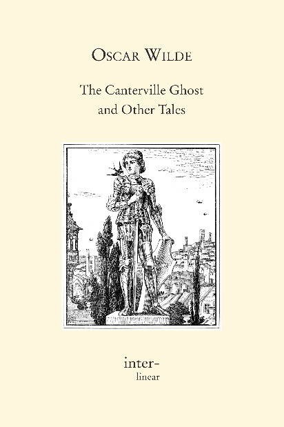 Buchcover von "The Canterville Ghost and Other Tales" von Oscar Wilde. - Text: The Canterville Ghost   I   When Mr Hiram B. Otis, the American Minister, bought Canterville Chase, every one told him he was doing a very foolish thing, as there was no doubt at all that the place was haunted. Indeed, Lord Canterville himself, who was a man of the most punctilious honour, had felt it his duty to mention the fact to Mr Otis when they came to discuss terms. “We have not cared to live in the place ourselves,” said Lord Canterville, “since my grandaunt, the Dowager Duchess of Bolton, was frightened into a fit, from which she never really recovered, by two skeleton hands being placed on her shoulders as she was dressing for dinner, and I feel bound to tell you, Mr Otis, that the ghost has been seen by several living members of my family, as well as by the rector of the parish, the Rev. Augustus Dampier, who is a Fellow of King’s College, Cambridge. After the unfortunate accident to the Duchess, none of our younger servants would stay with us, and Lady Canterville often got very little sleep at night, in consequence of the mysterious noises that came from the corridor and the library.”  “My Lord,” answered the Minister, “I will take the furniture and the ghost at a valuation. I have come from a modern country, where we have everything that money can buy; and with all our spry young fellows painting the Old World red, and carrying off your best actors and prima-donnas, I reckon that if there were such a thing as a ghost in Europe, we’d have it at home in a very short time in one of our public museums, or on the road as a show.” “I fear that the ghost exists,” said Lord Canterville, smiling, “though it may have resisted the overtures of your enterprising impresarios. It has been well known for three centuries, since 1584 in fact, and always makes its appearance before the death of any member of our family.” “Well, so does the family doctor for that matter, Lord Canterville. But there is no such thing, sir, as a ghost, and I guess the laws of Nature are not going to be suspended for the British aristocracy.” “You are certainly very natural  in America,” answered Lord Canterville, who did not quite understand Mr Otis’s last observation, “and if you don’t mind a ghost in the house, it is all right. Only you must remember I warned you.”  A few weeks after this, the purchase was concluded, and at the close of the season the Minister and his family went down to Canterville Chase. Mrs Otis, who, as Miss Lucretia R. Tappan, of West 53d Street, had been a celebrated New York belle, was now a very handsome, middle-aged woman, with fine eyes, and a superb profile. Many American ladies on leaving their native land adopt an appearance of chronic ill-health, under the impression that it is a form of European refinement, but Mrs Otis had never fallen into this error. She had a magnificent constitution, and a really wonderful amount of animal spirits. Indeed, in many respects, she was quite English, and was an excellent example of the fact that we have really everything in common with America nowadays, except, of course, language. Her eldest son, christened Washington by his parents in a moment of patriotism, which he never ceased to regret, was a fair-haired, rather good-looking young man, who had qualified himself for American diplomacy by leading the German at the Newport Casino for three successive seasons, and even in London was well known as an excellent dancer. Gardenias and the peerage were his only weaknesses. Otherwise he was extremely sensible. Miss Virginia E. Otis was a little girl of fifteen, lithe and lovely as a fawn, and with a fine freedom in her large blue eyes. She was a wonderful Amazon, and had once raced old Lord Bilton on her pony twice round the park, winning by a length and a half, just in front of the Achilles statue, to the huge delight of the young Duke of Cheshire, who proposed for her on the spot, and was sent back to Eton that very night by his guardians, in floods of tears. After Virginia came the twins, who were usually called “The Star and Stripes,” as they were always getting swished. They were delightful boys, and, with the exception of the worthy Minister, the only true republicans of the family.  As Canterville Chase is seven miles from Ascot, the nearest railway station, Mr Otis had telegraphed for a waggonette to meet them, and they started on their drive in high spirits. It was a lovely July evening, and the air was delicate with the scent of the pinewoods. Now and then they heard a wood-pigeon brooding over its own sweet voice, or saw, deep in the rustling fern, the burnished breast of the pheasant. Little squirrels peered at them from the beech-trees as they went by, and the rabbits scudded away through the brushwood and over the mossy knolls, with their white tails in the air. As they entered the avenue of Canterville Chase, however, the sky became suddenly overcast with clouds, a curious stillness seemed to hold the atmosphere, a great flight of rooks passed silently over their heads, and, before they reached the house, some big drops of rain had fallen.  Standing on the steps to receive them was an old woman, neatly dressed in black silk, with a white cap and apron. This was Mrs Umney, the housekeeper, whom Mrs Otis, at Lady Canterville’s earnest request, had consented to keep in her former position. She made them each a low curtsey as they alighted, and said in a quaint, old-fashioned manner, “I bid you welcome to Canterville Chase.” Following her, they passed through the fine Tudor hall into the library, a long, low room, panelled in black oak, at the end of which was a large stained glass window. Here they found tea laid out for them, and, after taking off their wraps, they sat down and began to look round, while Mrs Umney waited on them.  Suddenly Mrs Otis caught sight of a dull red stain on the floor just by the fireplace, and, quite unconscious of what it really signified, said to Mrs Umney, “I am afraid something has been spilt there.” “Yes, madam,” replied the old housekeeper in a low voice, “blood has been spilt on that spot.” “How horrid!” cried Mrs Otis; “I don’t at all care for bloodstains in a sitting-room. It must be removed at once.” The old woman smiled, and answered in the same low, mysterious voice, “It is the blood of Lady Eleanore de Canterville, who was murdered on that very spot by her own husband, Sir Simon de Canterville, in 1575. Sir Simon survived her nine years, and disappeared suddenly under very mysterious circumstances. His body has never been discovered, but his guilty spirit still haunts the Chase. The blood-stain has been much admired by tourists and others, and cannot be removed.” “That is all nonsense,” cried Washington Otis; “Pinkerton’s Champion Stain Remover and Paragon Detergent will clean it up in no time,” and before the terrified housekeeper could interfere, he had fallen upon his knees, and was rapidly scouring the floor with a small stick of what looked like a black cosmetic. In a few moments no trace of the blood-stain could be seen. “I knew Pinkerton would do it,” he exclaimed, triumphantly, as he looked round at his admiring family; but no sooner had he said these words than a terrible flash of lightning lit up the sombre room, a fearful peal of thunder made them all start to their feet, and Mrs Umney fainted.  “What a monstrous climate!” said the American Minister, calmly, as he lit a long cheroot. “I guess the old country is so overpopulated that they have not enough decent weather for everybody. I have always been of opinion that emigration is the only thing for England.” “My dear Hiram,” cried Mrs Otis, “what can we do with a woman who faints?” “Charge it to her like breakages,” answered the Minister; “she won’t faint after that;” and in a few moments Mrs Umney certainly came to. There was no doubt, however, that she was extremely upset, and she sternly warned Mr Otis to beware of some trouble coming to the house. “I have seen things with my own eyes, sir,” she said, “that would make any Christian’s hair stand on end, and many and many a night I have not closed my eyes in sleep for the awful things that are done here.” Mr Otis, however, and his wife warmly assured the honest soul that they were not afraid of ghosts, and, after invoking the blessings of Providence on her new master and mistress, and making arrangements for an increase of salary, the old housekeeper tottered off to her own room.   II   The storm raged fiercely all that night, but nothing of particular note occurred. The next morning, however, when they came down to breakfast, they found the terrible stain of blood once again on the floor. “I don’t think it can be the fault of the Paragon Detergent,” said Washington, “for I have tried it with everything. It must be the ghost.” He accordingly rubbed out the stain a second time, but the second morning it appeared again. The third morning also it was there, though the library had been locked up at night by Mr Otis himself, and the key carried up-stairs. The whole family were now quite interested; Mr Otis began to suspect that he had been too dogmatic in his denial of the existence of ghosts, Mrs Otis expressed her intention of joining the Psychical Society, and Washington prepared a long letter to Messrs Myers and Podmore on the subject of the Permanence of Sanguineous Stains when connected with Crime. That night all doubts about the objective existence of phantasmata were removed for ever. The day had been warm and sunny; and, in the cool of the evening, the whole family went out to drive. They did not return home till nine o’clock, when they had a light supper. The conversation in no way turned upon ghosts, so there were not even those primary conditions of receptive expectations which so often precede the presentation of psychical phenomena. The subjects discussed, as I have since learned from Mr Otis, were merely such as form the ordinary conversation of cultured Americans of the better class, such as the immense superiority of Miss Fanny Devonport over Sarah Bernhardt as an actress; the difficulty of obtaining green corn, buckwheat cakes, and hominy, even in the best English houses; the importance of Boston in the development of the world-soul; the advantages of the baggage-check system in railway travelling; and the sweetness of the New York accent as compared to the London drawl. No mention at all was made of the supernatural, nor was Sir Simon de Canterville alluded to in any way. At eleven o’clock the family retired, and by half-past all the lights were out. Some time after, Mr Otis was awakened by a curious noise in the corridor, outside his room. It sounded like the clank of metal, and seemed to be coming nearer every moment. He got up at once, struck a match, and looked at the time. It was exactly one o’clock. He was quite calm, and felt his pulse, which was not at all feverish. The strange noise still continued, and with it he heard distinctly the sound of footsteps. He put on his slippers, took a small oblong phial out of his dressing-case, and opened the door. Right in front of him he saw, in the wan moonlight, an old man of terrible aspect. His eyes were as red burning coals; long grey hair fell over his shoulders in matted coils; his garments, which were of antique cut, were soiled and ragged, and from his wrists and ankles hung heavy manacles and rusty gyves. “My dear sir,” said Mr Otis, “I really must insist on your oiling those chains, and have brought you for that purpose a small bottle of the Tammany Rising Sun Lubricator. It is said to be completely efficacious upon one application, and there are several testimonials to that effect on the wrapper from some of our most eminent native divines. I shall leave it here for you by the bedroom candles, and will be happy to supply you with more, should you require it.” With these words the United States Minister laid the bottle down on a marble table, and, closing his door, retired to rest. For a moment the Canterville ghost stood quite motionless in na­tural indignation; then, dashing the bottle violently upon the polished floor, he fled down the corridor, uttering hollow groans, and emitting a ghastly green light. Just, however, as he reached the top of the great oak staircase, a door was flung open, two little white-robed figures appeared, and a large pillow whizzed past his head! There was evidently no time to be lost, so, hastily adopting the Fourth dimension of Space as a means of escape, he vanished through the wainscoting, and the house became quite quiet. On reaching a small secret chamber in the left wing, he leaned up against a moonbeam to recover his breath, and began to try and realize his position. Never, in a brilliant and uninterrupted career of three hundred years, had he been so grossly insulted. He thought of the Dowager Duchess, whom he had frightened into a fit as she stood before the glass in her lace and diamonds; of the four housemaids, who had gone into hysterics when he merely grinned at them through the curtains on one of the spare bedrooms; of the rector of the parish, whose candle he had blown out as he was coming late one night from the library, and who had been under the care of Sir William Gull ever since, a perfect martyr to nervous disorders; and of old Madame de Tremouillac, who, having wakened up one morning early and seen a skeleton seated in an armchair by the fire reading her diary, had been confined to her bed for six weeks with an attack of brain fever, and, on her recovery, had become reconciled to the Church, and broken off her connection with that notorious sceptic, Monsieur de Voltaire. He remembered the terrible night when the wicked Lord Canterville was found choking in his dressing-room, with the knave of diamonds half-way down his throat, and confessed, just before he died, that he had cheated Charles James Fox out of £50,000 at Crockford’s by means of that very card, and swore that the ghost had made him swallow it. All his great achievements came back to him again, from the butler who had shot himself in the pantry because he had seen a green hand tapping at the window pane, to the beautiful Lady Stutfield, who was always obliged to wear a black velvet band round her throat to hide the mark of five fingers burnt upon her white skin, and who drowned herself at last in the carppond at the end of the King’s Walk. With the enthusiastic egotism of the true artist, he went over his most celebrated performances, and smiled bitterly to himself as he recalled to mind his last appearance as “Red Reuben, or the Strangled Babe,” his début as “Guant Gibeon, the Blood-sucker of Bexley Moor,” and the furore he had excited one lovely June evening by merely playing ninepins with his own bones upon the lawn-tennis ground. And after all this some wretched modern Americans were to come and offer him the Rising Sun Lubricator, and throw pillows at his head! It was quite unbearable. Besides, no ghost in history had ever been treated in this manner. Accordingly, he determined to have vengeance, and remained till daylight in an attitude of deep thought. III The next morning, when the Otis family met at breakfast, they discussed the ghost at some length. The United States Minister was naturally a little annoyed to find that his present had not been accepted. “I have no wish,” he said, “to do the ghost any personal injury, and I must say that, considering the length of time he has been in the house, I don’t think it is at all polite to throw pillows at him,”—a very just remark, at which, I am sorry to say, the twins burst into shouts of laughter. “Upon the other hand,” he continued, “if he really declines to use the Rising Sun Lubricator, we shall have to take his chains from him. It would be quite impossible to sleep, with such a noise going on outside the bedrooms.” For the rest of the week, however, they were undisturbed, the only thing that excited any attention being the continual renewal of the blood-stain on the library floor. This certainly was very strange, as the door was always locked at night by Mr Otis, and the windows kept closely barred. The chameleon-like colour, also, of the stain excited a good deal of comment. Some mornings it was a dull (almost Indian) red, then it would be vermilion, then a rich purple, and once when they came down for family prayers, according to the simple rites of the Free American Reformed Episcopalian Church, they found it a bright emerald-green. These kaleidoscopic changes naturally amused the party very much, and bets on the subject were freely made every evening. The only person who did not enter into the joke was little Virginia, who, for some unexplained reason, was always a good deal distressed at the sight of the blood-stain, and very nearly cried the morning it was emerald-green. The second appearance of the ghost was on Sunday night. Shortly after they had gone to bed they were suddenly alarmed by a fearful crash in the hall. Rushing down-stairs, they found that a large suit of old armour had become detached from its stand, and had fallen on the stone floor, while seated in a high-backed chair was the Canterville ghost, rubbing his knees with an expression of acute agony on his face. The twins, having brought their peashooters with them, at once discharged two pellets on him, with that accuracy of aim which can only be attained by long and careful practice on a writing-master, while the United States Minister covered him with his revolver, and called upon him, in accordance with Californian etiquette, to hold up his hands! The ghost started up with a wild shriek of rage, and swept through them like a mist, extinguishing Washington Otis’s candle as he passed, and so leaving them all in total darkness. On reaching the top of the staircase he recovered himself, and determined to give his celebrated peal of demoniac laughter. This he had on more than one occasion found extremely useful. It was said to have turned Lord Raker’s wig grey in a single night, and had certainly made three of Lady Canterville’s French governesses give warning before their month was up. He accordingly laughed his most horrible laugh, till the old vaulted roof rang and rang again, but hardly had the fearful echo died away when a door opened, and Mrs Otis came out in a light blue dressing-gown. “I am afraid you are far from well,” she said, “and have brought you a bottle of Doctor Dobell’s tincture. If it is indigestion, you will find it a most excellent remedy.” The ghost glared at her in fury, and began at once to make preparations for turning himself into a large black dog, an accomplishment for which he was justly renowned, and to which the family doctor always attributed the permanent idiocy of Lord Canterville’s uncle, the Hon. Thomas Horton. The sound of approaching footsteps, however, made him hesitate in his fell purpose, so he contented himself with becoming faintly phosphorescent, and vanished with a deep churchyard groan, just as the twins had come up to him. On reaching his room he entirely broke down, and became a prey to the most violent agitation. The vulgarity of the twins, and the gross materialism of Mrs Otis, were naturally extremely annoying, but what really distressed him most was that he had been unable to wear the suit of mail. He had hoped that even modern Americans would be thrilled by the sight of a Spectre in armour, if for no more sensible reason, at least out of respect for their natural poet Longfellow, over whose graceful and attractive poetry he himself had whiled away many a weary hour when the Cantervilles were up in town. Besides it was his own suit. He had worn it with great success at the Kenilworth tournament, and had been highly complimented on it by no less a person than the Virgin Queen herself. Yet when he had put it on, he had been completely overpowered by the weight of the huge breastplate and steel casque, and had fallen heavily on the stone pavement, barking both his knees severely, and bruising the knuckles of his right hand. For some days after this he was extremely ill, and hardly stirred out of his room at all, except to keep the blood-stain in proper repair. However, by taking great care of himself, he recovered, and resolved to make a third attempt to frighten the United States Minister and his family. He selected Friday, August 17th, for his appearance, and spent most of that day in looking over his wardrobe, ultimately deciding in favour of a large slouched hat with a red feather, a winding-sheet frilled at the wrists and neck, and a rusty dagger. Towards evening a violent storm of rain came on, and the wind was so high that all the windows and doors in the old house shook and rattled. In fact, it was just such weather as he loved. His plan of action was this. He was to make his way quietly to Washington Otis’s room, gibber at him from the foot of the bed, and stab himself three times in the throat to the sound of low music. He bore Washington a special grudge, being quite aware that it was he who was in the habit of removing the famous Canterville blood-stain by means of Pinkerton’s Paragon Detergent. Having reduced the reckless and foolhardy youth to a condition of abject terror, he was then to proceed to the room occupied by the United States Minister and his wife, and there to place a clammy hand on Mrs Otis’s forehead, while he hissed into her trembling husband’s ear the awful secrets of the charnelhouse. With regard to little Virginia, he had not quite made up his mind. She had never insulted him in any way, and was pretty and gentle. A few hollow groans from the wardrobe, he thought, would be more than sufficient, or, if that failed to wake her, he might grabble at the counterpane with palsy-twitching fingers. As for the twins, he was quite determined to teach them a lesson. The first thing to be done was, of course, to sit upon their chests, so as to produce the stifling sensation of nightmare. Then, as their beds were quite close to each other, to stand between them in the form of a green, icy-cold corpse, till they became paralyzed with fear, and finally, to throw off the winding-sheet, and crawl round the room, with white, bleached bones and one rolling eyeball, in the character of “Dumb Daniel, or the Suicide’s Skeleton,” a rôle in which he had on more than one occasion produced a great effect, and which he considered quite equal to his famous part of “Mar tin the Maniac, or the Masked Mystery.” At half-past ten he heard the family going to bed. For some time he was disturbed by wild shrieks of laughter from the twins, who, with the light-hearted gaiety of schoolboys, were evidently amusing themselves before they retired to rest, but at a quarter-past eleven all was still, and, as midnight sounded, he sallied forth. The owl beat against the window-panes, the raven croaked from the old yew-tree, and the wind wandered moaning round the house like a lost soul; but the Otis family slept unconscious of their doom, and high above the rain and storm he could hear the steady snoring of the Minister for the United States. He stepped stealthily out of the wainscoting, with an evil smile on his cruel, wrinkled mouth, and the moon hid her face in a cloud as he stole past the great oriel window, where his own arms and those of his murdered wife were blazoned in azure and gold. On and on he glided, like an evil shadow, the very darkness seeming to loathe him as he passed. Once he thought he heard something call, and stopped; but it was only the baying of a dog from the Red Farm, and he went on, muttering strange sixteenth-century curses, and ever and anon brandishing the rusty dagger in the midnight air. Finally he reached the corner of the passage that led to luckless Washington’s room. For a moment he paused there, the wind blowing his long grey locks about his head, and twisting into grotesque and fantastic folds the nameless horror of the dead man’s shroud. Then the clock struck the quarter, and he felt the time was come. He chuckled to himself, and turned the corner; but no sooner had he done so than, with a piteous wail of terror, he fell back, and hid his blanched face in his long, bony hands. Right in front of him was standing a horrible spectre, motionless as a carven image, and monstrous as a madman’s dream! Its head was bald and burnished; its face round, and fat, and white; and hideous laughter seemed to have writhed its features into an eternal grin. From the eyes streamed rays of scarlet light, the mouth was a wide well of fire, and a hideous garment, like to his own, swathed with its silent snows the Titan form. On its breast was a placard with strange writing in antique characters, some scroll of shame it seemed, some record of wild sins, some awful calendar of crime, and, with its right hand, it bore aloft a falchion of gleaming steel. Never having seen a ghost before, he naturally was terribly frightened, and, after a second hasty glance at the awful phantom, he fled back to his room, tripping up in his long winding-sheet as he sped down the corridor, and finally dropping the rusty dagger into the Minister’s jack-boots, where it was found in the morning by the butler. Once in the privacy of his own apartment, he flung himself down on a small pallet-bed, and hid his face under the clothes. After a time, however, the brave old Canterville spirit asserted itself, and he determined to go and speak to the other ghost as soon as it was daylight. Accordingly, just as the dawn was touching the hills with silver, he returned towards the spot where he had first laid eyes on the grisly phantom, feeling that, after all, two ghosts were better than one, and that, by the aid of his new friend, he might safely grapple with the twins. On reaching the spot, however, a terrible sight met his gaze. Something had evidently happened to the spectre, for the light had entirely faded from its hollow eyes, the gleaming falchion had fallen from its hand, and it was leaning up against the wall in a strained and uncomfortable attitude. He rushed forward and seized it in his arms, when, to his horror, the head slipped off and rolled on the floor, the body assumed a recumbent posture, and he found himself clasping a white dimity bed-curtain, with a sweeping-brush, a kitchen cleaver, and a hollow turnip lying at his feet! Unable to understand this curious transformation, he clutched the placard with feverish haste, and there, in the grey morning light, he read these fearful words:— YE OTIS GHOSTE Ye Onlie True and Originale Spook, Beware of Ye Imitationes. All others are counterfeite. The whole thing flashed across him. He had been tricked, foiled, and outwitted! The old Canterville look came into his eyes; he ground his toothless gums together; and, raising his withered hands high above his head, swore according to the picturesque phraseology of the antique school, that, when Chanticleer had sounded twice his merry horn, deeds of blood would be wrought, and murder walk abroad with silent feet. Hardly had he finished this awful oath when, from the red-tiled roof of a distant homestead, a cock crew. He laughed a long, low, bitter laugh, and waited. Hour after hour he waited, but the cock, for some strange reason, did not crow again. Finally, at half-past seven, the arrival of the housemaids made him give up his fearful vigil, and he stalked back to his room, thinking of his vain oath and baffled purpose. There he consulted several books of ancient chivalry, of which he was exceedingly fond, and found that, on every occasion on which this oath had been used, Chanticleer had always crowed a second time. “Perdition seize the naughty fowl,” he muttered, “ I have seen the day when, with my stout spear, I would have run him through the gorge, and made him crow for me an ’twere in death!” He then retired to a comfortable lead coffin, and stayed there till evening. IV The next day the ghost was very weak and tired. The terrible excitement of the last four weeks was beginning to have its effect. His nerves were completely shattered, and he started at the slightest noise. For five days he kept his room, and at last made up his mind to give up the point of the blood-stain on the library floor. If the Otis family did not want it, they clearly did not deserve it. They were evidently people on a low, material plane of existence, and quite incapable of appreciating the symbolic value of sensuous phenomena. The question of phantasmic apparitions, and the development of astral bodies, was of course quite a different matter, and really not under his control. It was his solemn duty to appear in the corridor once a week, and to gibber from the large oriel window on the first and third Wednesdays in every month, and he did not see how he could honourably escape from his obligations. It is quite true that his life had been very evil, but, upon the other hand, he was most conscientious in all things connected with the supernatural. For the next three Saturdays, accordingly, he traversed the corridor as usual between midnight and three o’clock, taking every possible precaution against being either heard or seen. He removed his boots, trod as lightly as possible on the old worm eaten boards, wore a large black velvet cloak, and was careful to use the Rising Sun Lubricator for oiling his chains. I am bound to acknowledge that it was with a good deal of difficulty that he brought himself to adopt this last mode of protection. However, one night, while the family were at dinner, he slipped into Mr Otis’s bedroom and carried off the bottle. He felt a little humiliated at first, but afterwards was sensible enough to see that there was a great deal to be said for the invention, and, to a certain degree, it served his purpose. Still, in spite of everything he was not left unmolested. Strings were continually being stretched across the corridor, over which he tripped in the dark, and on one occasion, while dressed for the part of “Black Isaac, or the Huntsman of Hogley Woods,” he met with a severe fall, through treading on a butter-slide, which the twins had constructed from the entrance of the Tapestry Chamber to the top of the oak staircase. This last insult so enraged him, that he resolved to make one final effort to assert his dignity and social position, and determined to visit the insolent young Etonians the next night in his celebrated character of “Reckless Rupert, or the Headless Earl.” He had not appeared in this disguise for more than seventy years; in fact, not since he had so frightened pretty Lady Barbara Modish by means of it, that she suddenly broke off her engagement with the present Lord Canterville’s grandfather, and ran away to Gretna Green with handsome Jack Castletown, declaring that nothing in the world would induce her to marry into a family that allowed such a horrible phantom to walk up and down the terrace at twilight. Poor Jack was afterwards shot in a duel by Lord Canterville on Wandsworth Common, and Lady Barbara died of a broken heart at Tunbridge Wells before the year was out, so, in every way, it had been a great success. It was, however, an extremely difficult “make-up,” if I may use such a theatrical expression in connection with one of the greatest mysteries of the supernatural, or, to employ a more scientific term, the higher-natural world, and it took him fully three hours to make his preparations. At last everything was ready, and he was very pleased with his appearance. The big leather riding-boots that went with the dress were just a little too large for him, and he could only find one of the two horse-pistols, but, on the whole, he was quite satisfied, and at a quarter-past one he glided out of the wainscoting and crept down the corridor. On reaching the room occupied by the twins, which I should mention was called the Blue Bed Chamber, on account of the colour of its hangings, he found the door just ajar. Wishing to make an effective entrance, he flung it wide open, when a heavy jug of water fell right down on him, wetting him to the skin, and just missing his left shoulder by a couple of inches. At the same moment he heard stifled shrieks of laughter proceeding from the four-post bed. The shock to his nervous system was so great that he fled back to his room as hard as he could go, and the next day he was laid up with a severe cold. The only thing that at all consoled him in the whole affair was the fact that he had not brought his head with him, for, had he done so, the consequences might have been very serious. He now gave up all hope of ever frightening this rude American family, and contented himself, as a rule, with creeping about the passages in list slippers, with a thick red muffler round his throat for fear of draughts, and a small arquebuse, in case he should be attacked by the twins. The final blow he received occurred on the 19th of September. He had gone downstairs to the great entrance-hall, feeling sure that there, at any rate, he would be quite unmolested, and was amusing himself by making satirical remarks on the large Saroni photographs of the United States Minister and his wife, which had now taken the place of the Canterville family pictures. He was simply but neatly clad in a long shroud, spotted with churchyard mould, had tied up his jaw with a strip of yellow linen, and carried a small lantern and a sexton’s spade. In fact, he was dressed for the character of “Jonas the Graveless, or the Corpse-Snatcher of Chertsey Barn,” one of his most remarkable impersonations, and one which the Cantervilles had every reason to remember, as it was the real origin of their quarrel with their neighbour, Lord Ruiford. It was about a quarter-past two o’clock in the morning, and, as far as he could ascertain, no one was stirring. As he was strolling towards the library, however, to see if there were any traces left of the blood-stain, suddenly there leaped out on him from a dark corner two figures, who waved their arms wildly above their heads, and shrieked out “BOO!” in his ear. Seized with a panic, which, under the circumstances, was only natural, he rushed for the staircase, but found Washington Otis waiting for him there with the big garden-syringe, and being thus hemmed in by his enemies on every side, and driven almost to bay, he vanished into the great iron stove, which, fortunately for him, was not lit, and had to make his way home through the flues and chimneys, arriving at his own room in a terrible state of dirt, disorder, and despair. After this he was not seen again on any nocturnal expedition. The twins lay in wait for him on several occasions, and strewed the passages with nutshells every night to the great annoyance of their parents and the servants, but it was of no avail. It was quite evident that his feelings were so wounded that he would not appear. Mr Otis consequently resumed his great work on the history of the Democratic Party, on which he had been engaged for some years; Mrs Otis organized a wonderful clam-bake, which amazed the whole county; the boys took to lacrosse, euchre, poker, and other American national games, and Virginia rode about the lanes on her pony, accompanied by the young Duke of Cheshire, who had come to spend the last week of his holidays at Canterville Chase. It was generally assumed that the ghost had gone away, and, in fact, Mr Otis wrote a letter to that effect to Lord Canterville, who, in reply, expressed his great pleasure at the news, and sent his best congratulations to the Minister’s worthy wife. The Otises, however, were deceived, for the ghost was still in the house, and though now almost an invalid, was by no means ready to let matters rest, particularly as he heard that among the guests was the young Duke of Cheshire, whose grand-uncle, Lord Francis Stilton, had once bet a hundred guineas with Colonel Carbury that he would play dice with the Canterville ghost, and was found the next morning lying on the floor of the card-room in such a helpless paralytic state that, though he lived on to a great age, he was never able to say anything again but “Double Sixes.” The story was well known at the time, though, of course, out of respect to the feelings of the two noble families, every attempt was made to hush it up, and a full account of all the circumstances nected with it will be found in the third volume of Lord Tattle’s Recollections of the Prince Regent and his Friends. The ghost, then, was naturally very anxious to show that he had not lost his influence over the Stiltons, with whom, indeed, he was distantly connected, his own first cousin having been married en secondes noces to the Sieur de Bulkeley, from whom, as every one knows, the Dukes of Cheshire are lineally descended. Accordingly, he made arrangements for appearing to Virginia’s little lover in his celebrated impersonation of “The Vampire Monk, or the Bloodless Benedictine,” a performance so horrible that when old Lady Startup saw it, which she did on one fatal New Year’s Eve, in the year 1764, she went off into the most piercing shrieks, which culminated in violent apoplexy, and died in three days, after disinheriting the Cantervilles, who were her nearest relations, and leaving all her money to her London apothecary. At the last moment, however, his terror of the twins prevented his leaving his room, and the little Duke slept in peace under the great feathered canopy in the Royal Bedchamber, and dreamed of Virginia. V Few days after this, Virginia and her curly-haired cavalier went out riding on Brockley meadows, where she tore her habit so badly in getting through a hedge that, on their return home, she made up her mind to go up by the back staircase so as not to be seen. As she was running past the Tapestry Chamber, the door of which happened to be open, she fancied she saw some one inside, and thinking it was her mother’s maid, who sometimes used to bring her work there, looked in to ask her to mend her habit. To her immense surprise, however, it was the Canterville Ghost himself! He was sitting by the window, watching the ruined gold of the yellowing trees fly through the air, and the red leaves dancing madly down the long avenue. His head was leaning on his hand, and his whole attitude was one of extreme depression. Indeed, so forlorn, and so much out of repair did he look, that little Virginia, whose first idea had been to run away and lock herself in her room, was filled with pity, and determined to try and comfort him. So light was her footfall, and so deep his melancholy, that he was not aware of her presence till she spoke to him. “I am so sorry for you,” she said, “but my brothers are going back to Eton to-morrow, and then, if you behave yourself, no one will annoy you.” “It is absurd asking me to behave myself,” he answered, looking round in astonishment at the pretty little girl who had ventured to address him, “quite absurd. I must rattle my chains, and groan through keyholes, and walk about at night, if that is what you mean. It is my only reason for existing.” “It is no reason at all for existing, and you know you have been very wicked. Mrs Umney told us, the first day we arrived here, that you had killed your wife.” “Well, I quite admit it,” said the Ghost, petulantly, “but it was a purely family matter, and concerned no one else.” “It is very wrong to kill any one,” said Virginia, who at times had a sweet puritan gravity, caught from some old New England ancestor. “Oh, I hate the cheap severity of abstract ethics! My wife was very plain, never had my ruffs properly starched, and knew nothing about cookery. Why, there was a buck I had shot in Hogley Woods, a magnificent pricket, and do you know how she had it sent to table? However, it is no matter now, for it is all over, and I don’t think it was very nice of her brothers to starve me to death, though I did kill her.” “Starve you to death? Oh, Mr Ghost—I mean Sir Simon, are you hungry? I have a sandwich in my case. Would you like it?” “No, thank you, I never eat anything now; but it is very kind of you, all the same, and you are much nicer than the rest of your horrid, rude, vulgar, dishonest family.” “Stop!” cried Virginia, stamping her foot, “it is you who are rude, and horrid, and vulgar, and as for dishonesty, you know you stole the paints out of my box to try and furbish up that ridiculous blood-stain in the library. First you took all my reds, including the vermilion, and I couldn’t do any more sunsets, then you took the emerald-green and the chrome-yellow, and finally I had nothing left but indigo and Chinese white, and could only do moonlight scenes, which are always depressing to look at, and not at all easy to paint. I never told on you, though I was very much annoyed, and it was most ridiculous, the whole thing; for who ever heard of emerald-green blood?” “Well, really,” said the Ghost, rather meekly, “what was I to do? It is a very difficult thing to get real blood nowadays, and, as your brother began it all with his Paragon Detergent, I certainly saw no reason why I should not have your paints. As for colour, that is always a matter of taste: the Cantervilles have blue blood, for instance, the very bluest in England; but I know you Americans don’t care for things of this kind.” “You know nothing about it, and the best thing you can do is to emigrate and improve your mind. My father will be only too happy to give you a free passage, and though there is a heavy duty on spirits of every kind, there will be no difficulty about the Custom House, as the officers are all Democrats. Once in New York, you are sure to be a great success. I know lots of people there who would give a hundred thousand dollars to have a grandfather, and much more than that to have a family ghost.” “I don’t think I should like America.” “I suppose because we have no ruins and no curiosities,” said Virginia, satirically. “No ruins! no curiosities!” answered the Ghost; “you have your navy and your manners.” “Good evening; I will go and ask papa to get the twins an extra week’s holiday.” “Please don’t go. Miss Virginia,” he cried; “I am so lonely and so unhappy, and I really don’t know what to do. I want to go to sleep and I cannot.” “That’s quite absurd! You have merely to go to bed and blow out the candle. It is very difficult sometimes to keep awake, especially at church, but there is no difficulty at all about sleeping. Why, even babies know how to do that, and they are not very clever.” “I have not slept for three hundred years,” he said sadly, and Virginia’s beautiful blue eyes opened in wonder; “for three hundred years I have not slept, and I am so tired.” Virginia grew quite grave, and her little lips trembled like roseleaves. She came towards him, and kneeling down at his side, looked up into his old withered face. “Poor, poor Ghost,” she murmured; “have you no place where you can sleep?” “Far away beyond the pine-woods,” he answered, in a low, dreamy voice, “there is a little garden. There the grass grows long and deep, there are the great white stars of the hemlock flower, there the nightingale sings all night long. All night long he sings, and the cold crystal moon looks down, and the yew-tree spreads out its giant arms over the sleepers.” Virginia’s eyes grew dim with tears, and she hid her face in her hands. “You mean the Garden of Death,” she whispered. “Yes, death. Death must be so beautiful. To lie in the soft brown earth, with the grasses waving above one’s head, and listen to silence. To have no yesterday, and no to-morrow. To forget time, to forget life, to be at peace. You can help me. You can open for me the portals of death’s house, for love is always with you, and love is stronger than death is.” Virginia trembled, a cold shudder ran through her, and for a few moments there was silence. She felt as if she was in a terrible dream. Then the ghost spoke again, and his voice sounded like the sighing of the wind. “Have you ever read the old prophecy on the library window?” “Oh, often,” cried the little girl, looking up; “I know it quite well. It is painted in curious black letters, and is difficult to read. There are only six lines: “‘When a golden girl can win Prayer from out the lips of sin, When the barren almond bears, And a little child gives away its tears, Then shall all the house be still And peace come to Canterville.’ But I don’t know what they mean.” “They mean,” he said, sadly, “that you must weep with me for my sins, because I have no tears, and pray with me for my soul, because I have no faith, and then, if you have always been sweet, and good, and gentle, the angel of death will have mercy on me. You will see fearful shapes in darkness, and wicked voices will whisper in your ear, but they will not harm you, for against the purity of a little child the powers of Hell cannot prevail.” Virginia made no answer, and the ghost wrung his hands in wild despair as he looked down at her bowed golden head. Suddenly she stood up, very pale, and with a strange light in her eyes. “I am not afraid,” she said firmly, “and I will ask the angel to have mercy on you.” He rose from his seat with a faint cry of joy, and taking her hand bent over it with old-fashioned grace and kissed it. His fingers were as cold as ice, and his lips burned like fire, but Virginia did not falter, as he led her across the dusky room. On the faded green tapestry were broidered little huntsmen. They blew their tasselled horns and with their tiny hands waved to her to go back. “Go back! little Virginia,” they cried, “go back!” but the ghost clutched her hand more tightly, and she shut her eyes against them. Horrible animals with lizard tails and goggle eyes blinked at her from the carven chimneypiece, and murmured, “Beware! little Virginia, beware! we may never see you again,” but the Ghost glided on more swiftly, and Virginia did not listen. When they reached the end of the room he stopped, and muttered some words she could not understand. She opened her eyes, and saw the wall slowly fading away like a mist, and a great black cavern in front of her. A bitter cold wind swept round them, and she felt something pulling at her dress. “Quick, quick,” cried the Ghost, “or it will be too late,” and in a moment the wainscoting had closed behind them, and the Tapestry Chamber was empty. VI About ten minutes later, the bell rang for tea, and, as Virginia did not come down, Mrs Otis sent up one of the footmen to tell her. After a little time he returned and said that he could not find Miss Virginia anywhere. As she was in the habit of going out to the garden every evening to get flowers for the dinner-table, Mrs Otis was not at all alarmed at first, but when six o’clock struck, and Virginia did not appear, she became really agitated, and sent the boys out to look for her, while she herself and Mr Otis searched every room in the house. At half-past six the boys came back and said that they could find no trace of their sister anywhere. They were all now in the greatest state of excitement, and did not know what to do, when Mr Otis suddenly remembered that, some few days before, he had given a band of gipsies permission to camp in the park. He accordingly at once set off for Blackfell Hollow, where he knew they were, accompanied by his eldest son and two of the farm-servants. The little Duke of Cheshire, who was perfectly frantic with anxiety, begged hard to be allowed to go too, but Mr Otis would not allow him, as he was afraid there might be a scuffle. On arriving at the spot, however, he found that the gipsies had gone, and it was evident that their departure had been rather sudden, as the fire was still burning, and some plates were lying on the grass. Having sent off Washington and the two men to scour the district, he ran home, and despatched telegrams to all the police inspectors in the county, telling them to look out for a little girl who had been kidnapped by tramps or gipsies. He then ordered his horse to be brought round, and, after insisting on his wife and the three boys sitting down to dinner, rode off down the Ascot road with a groom. He had hardly, however, gone a couple of miles, when he heard somebody galloping after him, and, looking round, saw the little Duke coming up on his pony, with his face very flushed, and no hat. “I’m awfully sorry, Mr Otis,” gasped out the boy, “but I can’t eat any dinner as long as Virginia is lost. Please, don’t be angry with me; if you had let us be engaged last year, there would never have been all this trouble. You won’t send me back, will you? I can’t go! I won’t go!” The Minister could not help smiling at the handsome young scapegrace, and was a good deal touched at his devotion to Virginia, so leaning down from his horse, he patted him kindly on the shoulders, and said, “Well, Cecil, if you won’t go back, I suppose you must come with me, but I must get you a hat at Ascot.” “Oh, bother my hat! I want Virginia!” cried the little Duke, laughing, and they galloped on to the railway station. There Mr Otis inquired of the station-master if any one answering to the description of Virginia had been seen on the platform, but could get no news of her. The station-master, however, wired up and down the line, and assured him that a strict watch would be kept for her, and, after having bought a hat for the little Duke from a linendraper, who was just putting up his shutters, Mr Otis rode off to Bexley, a village about four miles away, which he was told was a well-known haunt of the gipsies, as there was a large common next to it. Here they roused up the rural policeman, but could get no information from him, and, after riding all over the common, they turned their horses’ heads homewards, and reached the Chase about eleven o’clock, dead-tired and almost heart-broken. They found Washington and the twins waiting for them at the gate-house with lanterns, as the avenue was very dark. Not the slightest trace of Virginia had been discovered. The gipsies had been caught on Brockley meadows, but she was not with them, and they had explained their sudden departure by saying that they had mistaken the date of Chorton Fair, and had gone off in a hurry for fear they should be late. Indeed, they had been quite distressed at hearing of Virginia’s disappearance, as they were very grateful to Mr Otis for having allowed them to camp in his park, and four of their number had stayed behind to help in the search. The carp-pond had been dragged, and the whole Chase thoroughly gone over, but without any result. It was evident that, for that night at any rate, Virginia was lost to them; and it was in a state of the deepest depression that Mr Otis and the boys walked up to the house, the groom following behind with the two horses and the pony. In the hall they found a group of frightened servants, and lying on a sofa in the library was poor Mrs Otis, almost out of her mind with terror and anxiety, and having her forehead bathed with eau de cologne by the old housekeeper. Mr Otis at once insisted on her having something to eat, and ordered up supper for the whole party. It was a melancholy meal, as hardly any one spoke, and even the twins were awestruck and subdued, as they were very fond of their sister. When they had finished, Mr Otis, in spite of the entreaties of the little Duke, ordered them all to bed, saying that nothing more could be done that night, and that he would telegraph in the morning to Scotland Yard for some detectives to be sent down immediately. Just as they were passing out of the dining-room, midnight began to boom from the clock tower, and when the last stroke sounded they heard a crash and a sudden shrill cry; a dreadful peal of thunder shook the house, a strain of unearthly music floated through the air, a panel at the top of the staircase flew back with a loud noise, and out on the landing, looking very pale and white, with a little casket in her hand, stepped Virginia. In a moment they had all rushed up to her. Mrs Otis clasped her passionately in her arms, the Duke smothered her with violent kisses, and the twins executed a wild war-dance round the group. “Good heavens! child, where have you been?” said Mr Otis, rather angrily, thinking that she had been playing some foolish trick on them. “Cecil and I have been riding all over the country looking for you, and your mother has been frightened to death. You must never play these practical jokes any more.” “Except on the Ghost! except on the Ghost!” shrieked the twins, as they capered about. “My own darling, thank God you are found; you must never leave my side again,” murmured Mrs Otis, as she kissed the trembling child, and smoothed the tangled gold of her hair. “Papa,” said Virginia, quietly, “I have been with the Ghost. He is dead, and you must come and see him. He had been very wicked, but he was really sorry for all that he had done, and he gave me this box of beautiful jewels before he died.” The whole family gazed at her in mute amazement, but she was quite grave and serious; and, turning round, she led them through the opening in the wainscoting down a narrow secret corridor, Washington following with a lighted candle, which he had caught up from the table. Finally, they came to a great oak door, studded with rusty nails. When Virginia touched it, it swung back on its heavy hinges, and they found themselves in a little low room, with a vaulted ceiling, and one tiny grated window. Imbedded in the wall was a huge iron ring, and chained to it was a gaunt skeleton, that was stretched out at full length on the stone floor, and seemed to be trying to grasp with its long fleshless fingers an old-fashioned trencher and ewer, that were placed just out of its reach. The jug had evidently been once filled with water, as it was covered inside with green mould. There was nothing on the trencher but a pile of dust. Virginia knelt down beside the skeleton, and, folding her little hands together, began to pray silently, while the rest of the party looked on in wonder at the terrible tragedy whose secret was now disclosed to them. “Hallo!” suddenly exclaimed one of the twins, who had been looking out of the window to try and discover in what wing of the house the room was situated. “Hallo! the old withered almond-tree has blossomed. I can see the flowers quite plainly in the moonlight.” “God has forgiven him,” said Virginia, gravely, as she rose to her feet, and a beautiful light seemed to illumine her face. “What an angel you are!” cried the young Duke, and he put his arm round her neck, and kissed her. VII Four days after these curious incidents, a funeral started from Canterville Chase at about eleven o’clock at night. The hearse was drawn by eight black horses, each of which carried on its head a great tuft of nodding ostrich-plumes, and the leaden coffin was covered by a rich purple pall, on which was embroidered in gold the Canterville coat-of-arms. By the side of the hearse and the coaches walked the servants with lighted torches, and the whole procession was wonderfully impressive. Lord Canterville was the chief mourner, having come up specially from Wales to attend the funeral, and sat in the first carriage along with little Virginia. Then came the United States Minister and his wife, then Washington and the three boys, and in the last carriage was Mrs Umney. It was generally felt that, as she had been frightened by the ghost for more than fifty years of her life, she had a right to see the last of him. A deep grave had been dug in the corner of the churchyard, just under the old yew-tree, and the service was read in the most impressive manner by the Rev. Augustus Dampier. When the ceremony was over, the servants, according to an old custom observed in the Canterville family, extinguished their torches, and, as the coffin was being lowered into the grave, Virginia stepped forward, and laid on it a large cross made of white and pink almondblossoms. As she did so, the moon came out from behind a cloud, and flooded with its silent silver the little churchyard, and from a distant copse a nightingale began to sing. She thought of the ghost’s description of the Garden of Death, her eyes became dim with tears, and she hardly spoke a word during the drive home. The next morning, before Lord Canterville went up to town, Mr Otis had an interview with him on the subject of the jewels the ghost had given to Virginia. They were perfectly magnificent, especially a certain ruby necklace with old Venetian setting, which was really a superb specimen of sixteenth-century work, and their value was so great that Mr Otis felt considerable scruples about allowing his daughter to accept them. “My lord,” he said, “I know that in this country mortmain  is held to apply to trinkets as well as to land, and it is quite clear to me that these jewels are, or should be, heirlooms in your family. I must beg you, accordingly, to take them to London with you, and to regard them simply as a portion of your property which has been restored to you under certain strange conditions. As for my daughter, she is merely a child, and has as yet, I am glad to say, but little interest in such appurtenances of idle luxury. I am also informed by Mrs Otis, who, I may say, is no mean authority upon Art,—having had the privilege of spending several winters in Boston when she was a girl,—that these gems are of great monetary worth, and if offered for sale would fetch a tall price. Under these circumstances, Lord Canterville, I feel sure that you will recognize how impossible it would be for me to allow them to remain in the possession of any member of my family; and, indeed, all such vain gauds and toys, however suitable or necessary to the dignity of the British aristocracy, would be completely out of place among those who have been brought up on the severe, and I believe immortal, principles of Republican simplicity. Perhaps I should mention that Virginia is very anxious that you should allow her to retain the box, as a memento of your unfortunate but misguided ancestor. As it is extremely old, and consequently a good deal out of repair, you may perhaps think fit to comply with her request. For my own part, I confess I am a good deal surprised to find a child of mine expressing sympathy with mediævalism in any form, and can only account for it by the fact that Virginia was born in one of your London suburbs shortly after Mrs Otis had returned from a trip to Athens.” Lord Canterville listened very gravely to the worthy Minister’s speech, pulling his grey moustache now and then to hide an involuntary smile, and when Mr Otis had ended, he shook him cordially by the hand, and said: “My dear sir, your charming little daughter rendered my unlucky ancestor, Sir Simon, a very important service, and I and my family are much indebted to her for her marvellous courage and pluck. The jewels are clearly hers, and, egad, I believe that if I were heartless enough to take them from her, the wicked old fellow would be out of his grave in a fortnight, leading me the devil of a life. As for their being heirlooms, nothing is an heirloom that is not so mentioned in a will or legal document, and the existence of these jewels has been quite unknown. I assure you I have no more claim on them than your butler, and when Miss Virginia grows up, I dare say she will be pleased to have pretty things to wear. Besides, you forget, Mr Otis, that you took the furniture and the ghost at a valuation, and anything that belonged to the ghost passed at once into your possession, as, whatever activity Sir Simon may have shown in the corridor at night, in point of law he was really dead, and you acquired his property by purchase.” Mr Otis was a good deal distressed at Lord Canterville’s refusal, and begged him to reconsider his decision, but the good-natured peer was quite firm, and finally induced the Minister to allow his daughter to retain the present the ghost had given her, and when, in the spring of 1890, the young Duchess of Cheshire was presented at the Queen’s first drawing-room on the occasion of her marriage, her jewels were the universal theme of admiration. For Virginia received the coronet, which is the reward of all good little American girls, and was married to her boy-lover as soon as he came of age. They were both so charming, and they loved each other so much, that every one was delighted at the match, except the old Marchioness of Dumbleton, who had tried to catch the Duke for one of her seven unmarried daughters, and had given no less than three expensive dinner-parties for that purpose, and, strange to say, Mr Otis himself. Mr Otis was extremely fond of the young Duke personally, but, theoretically, he objected to titles, and, to use his own words, “was not without apprehension lest, amid the enervating influences of a pleasure-loving aristocracy, the true principles of Republican simplicity should be forgotten.” His objections, however, were completely overruled, and I believe that when he walked up the aisle of St. George’s, Hanover Square, with his daughter leaning on his arm, there was not a prouder man in the whole length and breadth of England. The Duke and Duchess, after the honeymoon was over, went down to Canterville Chase, and on the day after their arrival they walked over in the afternoon to the lonely churchyard by the pine-woods. There had been a great deal of difficulty at first about the inscription on Sir Simon’s tombstone, but finally it had been decided to engrave on it simply the initials of the old gentleman’s name, and the verse from the library window. The Duchess had brought with her some lovely roses, which she strewed upon the grave, and after they had stood by it for some time they strolled into the ruined chancel of the old abbey. There the Duchess sat down on a fallen pillar, while her husband lay at her feet smoking a cigarette and looking up at her beautiful eyes. Suddenly he threw his cigarette away, took hold of her hand, and said to her, “Virginia, a wife should have no secrets from her husband.” “Dear Cecil! I have no secrets from you.” “Yes, you have,” he answered, smiling, “you have never told me what happened to you when you were locked up with theghost.” “I have never told any one, Cecil,” said Virginia, gravely. “I know that, but you might tell me.” “Please don’t ask me, Cecil, I cannot tell you. Poor Sir Simon! I owe him a great deal. Yes, don’t laugh, Cecil, I really do. He made me see what Life is, and what Death signifies, and why Love is stronger than both.” The Duke rose and kissed his wife lovingly. “You can have your secret as long as I have your heart,” he murmured. “You have always had that, Cecil.” “And you will tell our children some day, won’t you?” Virginia blushed. The end.   The Happy Prince    High above the city, on a tall column, stood the statue of the Happy Prince. He was gilded all over with thin leaves of fine gold, for eyes he had two bright sapphires, and a large red ruby glowed on his sword-hilt. He was very much admired indeed. “He is as beautiful as a weathercock,” remarked one of the Town Councillors who wished to gain a reputation for having artistic tastes; “only not quite so useful,” he added, fearing lest people should think him unpractical, which he really was not. “Why can’t you be like the Happy Prince?” asked a sensible mother of her little boy who was crying for the moon. “The Happy Prince never dreams of crying for anything.” “I am glad there is some one in the world who is quite happy,” muttered a disappointed man as he gazed at the wonderful statue. “He looks just like an angel,” said the Charity Children as they came out of the cathedral in their bright scarlet cloaks, and their clean white pinafores. “How do you know?” said the Mathematical Master, “you have never seen one.” “Ah! but we have, in our dreams,” answered the children; and the Mathematical Master frowned and looked very severe, for he did not approve of children dreaming.  One night there flew over the city a little Swallow. His friends had gone away to Egypt six weeks before, but he had stayed behind, for he was in love with the most beautiful Reed. He had met her early in the spring as he was flying down the river after a big yellow moth, and had been so attracted by her slender waist that he had stopped to talk to her. “Shall I love you?” said the Swallow, who liked to come to the point at once, and the Reed made him a low bow. So he flew round and round her, touching the water with his wings, and making silver ripples. This was his courtship, and it lasted all through the summer. “It is a ridiculous attachment,” twittered the other Swallows, “she has no money, and far too many relations;” and indeed the river was quite full of Reeds. Then, when the autumn came, they all flew away. After they had gone he felt lonely, and began to tire of his ladylove. “She has no conversation,” he said, “and I am afraid that she is a coquette, for she is always flirting with the wind.” And certainly, whenever the wind blew, the Reed made the most graceful curtsies. “I admit that she is domestic,” he continued, “but I love travelling, and my wife, consequently, should love travelling also.” “Will you come away with me?” he said finally to her; but the Reed shook her head, she was so attached to her home. “You have been trifling with me,” he cried, “I am off to the Pyramids. Good-bye!” and he flew away.  All day long he flew, and at night-time he arrived at the city. “Where shall I put up?” he said; “I hope the town has made pre­parations.” Then he saw the statue on the tall column. “I will put up there,” he cried; “it is a fine position with plenty of fresh air.” So he alighted just between the feet of the Happy Prince. “I have a golden bedroom,” he said softly to himself as he looked round, and he prepared to go to sleep; but just as he was putting his head under his wing a large drop of water fell on him. “What a curious thing!” he cried, “there is not a single cloud in the sky, the stars are quite clear and bright, and yet it is raining. The climate in the north of Europe is really dreadful. The Reed used to like the rain, but that was merely her selfishness.” Then another drop fell. “What is the use of a statue if it cannot keep the rain off?” he said; “I must look for a good chimney-pot,” and he determined to fly away. But before he had opened his wings, a third drop fell, and he looked up, and saw— Ah! what did he see? The eyes of the Happy Prince were filled with tears, and tears were running down his golden cheeks. His face was so beautiful in the moonlight that the little Swallow was filled with pity. “Who are you?” he said. “I am the Happy Prince.” “Why are you weeping then?” asked the Swallow; “you have quite drenched me.”  “When I was alive and had a human heart,” answered the statue, “I did not know what tears were, for I lived in the Palace of Sans-Souci, where sorrow is not allowed to enter. In the daytime I played with my companions in the garden, and in the evening I led the dance in the Great Hall. Round the garden ran a very lofty wall, but I never cared to ask what lay beyond it, everything about me was so beautiful. My courtiers called me the Happy Prince, and happy indeed I was, if pleasure be happiness. So I lived, and so I died. And now that I am dead they have set me up here so high that I can see all the ugliness and all the misery of my city, and though my heart is made of lead yet I cannot choose but weep.” “What, is he not solid gold?” said the Swallow to himself. He was too polite to make any personal remarks out loud.  “Far away,” continued the statue in a low musical voice, “far away in a little street there is a poor house. One of the windows is open, and through it I can see a woman seated at a table. Her face is thin and worn, and she has coarse, red hands, all pricked by the needle, for she is a seamstress. She is embroidering passion-flowers on a satin gown for the loveliest of the Queen’s maids-of-honour to wear at the next Court-ball. In a bed in the corner of the room her little boy is lying ill. He has a fever, and is asking for oranges. His mother has nothing to give him but river water, so he is crying. Swallow, Swallow, little Swallow, will you not bring her the ruby out of my sword-hilt? My feet are fastened to this pedestal and I cannot move.”  “I am waited for in Egypt,” said the Swallow. “My friends are flying up and down the Nile, and talking to the large lotus-flowers. Soon they will go to sleep in the tomb of the great King. The King is there himself in his painted coffin. He is wrapped in yellow linen, and embalmed with spices. Round his neck is a chain of pale green jade, and his hands are like withered leaves.” “Swallow, Swallow, little Swallow,” said the Prince, “will you not stay with me for one night, and be my messenger? The boy is so thirsty, and the mother so sad.” “I don’t think I like boys,” answered the Swallow. “Last summer, when I was staying on the river, there were two rude boys, the miller’s sons, who were always throwing stones at me. They never hit me, of course; we swallows fly far too well for that, and besides, I come of a family famous for its agility; but still, it was a mark of disrespect.” But the Happy Prince looked so sad that the little Swallow was sorry. “It is very cold here,” he said; “but I will stay with you for one night, and be your messenger.” “Thank you, little Swallow,” said the Prince.  So the Swallow picked out the great ruby from the Prince’s sword, and flew away with it in his beak over the roofs of the town. He passed by the cathedral tower, where the white marble angels were sculptured. He passed by the palace and heard the sound of dancing. A beautiful girl came out on the balcony with her lover. “How wonderful the stars are,” he said to her, “and how wonderful is the power of love!” “I hope my dress will be ready in time for the State-ball,” she answered; “I have ordered passion-flowers to be embroidered on it; but the seamstresses are so lazy.” He passed over the river, and saw the lanterns hanging to the masts of the ships. He passed over the Ghetto, and saw the old Jews bargaining with each other, and weighing out money in copper scales. At last he came to the poor house and looked in. The boy was tossing feverishly on his bed, and the mother had fallen asleep, she was so tired. In he hopped, and laid the great ruby on the table beside the woman’s thimble. Then he flew gently round the bed, fanning the boy’s forehead with his wings. “How cool I feel,” said the boy, “I must be getting better;” and he sank into a delicious slumber. Then the Swallow flew back to the Happy Prince, and told him what he had done. “It is curious,” he remarked, “but I feel quite warm now, although it is so cold.” “That is because you have done a good action,” said the Prince. And the little Swallow began to think, and then he fell asleep. Thinking always made him sleepy.  When day broke he flew down to the river and had a bath. “What a remarkable phenomenon,” said the Professor of Ornithology as he was passing over the bridge. “A swallow in winter!” And he wrote a long letter about it to the local newspaper. Every one quoted it, it was full of so many words that they could not un­derstand. “To-night I go to Egypt,” said the Swallow, and he was in high spirits at the prospect. He visited all the public monuments, and sat a long time on top of the church steeple. Wherever he went the Sparrows chirruped, and said to each other, “What a distinguished stranger!” so he enjoyed himself very much.  When the moon rose he flew back to the Happy Prince. “Have you any commissions for Egypt?” he cried; “I am just starting.” “Swallow, Swallow, little Swallow,” said the Prince, “will you not stay with me one night longer?” “I am waited for in Egypt,” answered the Swallow. “To-morrow my friends will fly up to the Second Cataract. The river-horse couches there among the bulrushes, and on a great granite throne sits the God Memnon. All night long he watches the stars, and when the morning star shines he utters one cry of joy, and then he is silent. At noon the yellow lions come down to the water’s edge to drink. They have eyes like green beryls, and their roar is louder than the roar of the cataract.”  “Swallow, Swallow, little Swallow,” said the Prince, “far away across the city I see a young man in a garret. He is leaning over a desk covered with papers, and in a tumbler by his side there is a bunch of withered violets. His hair is brown and crisp, and his lips are red as a pomegranate, and he has large and dreamy eyes. He is trying to finish a play for the Director of the Theatre, but he is too cold to write any more. There is no fire in the grate, and hunger has made him faint.” “I will wait with you one night longer,” said the Swallow, who really had a good heart. “Shall I take him another ruby?” “Alas! I have no ruby now,” said the Prince; “my eyes are all that I have left. They are made of rare sapphires, which were brought out of India a thousand years ago. Pluck out one of them and take it to him. He will sell it to the jeweller, and buy food and firewood, and finish his play.” “Dear Prince,” said the Swallow, “I cannot do that;” and he began to weep. “Swallow, Swallow, little Swallow,” said the Prince, “do as I command you.”  So the Swallow plucked out the Prince’s eye, and flew away to the student’s garret. It was easy enough to get in, as there was a hole in the roof. Through this he darted, and came into the room. The young man had his head buried in his hands, so he did not hear the flutter of the bird’s wings, and when he looked up he found the beautiful sapphire lying on the withered violets. “I am beginning to be appreciated,” he cried; “this is from some great admirer. Now I can finish my play,” and he looked quite happy.  The next day the Swallow flew down to the harbour. He sat on the mast of a large vessel and watched the sailors hauling big chests out of the hold with ropes. “Heave a-hoy!” they shouted as each chest came up. “I am going to Egypt!” cried the Swallow, but nobody minded, and when the moon rose he flew back to the Happy Prince. “I am come to bid you good-bye,” he cried. “Swallow, Swallow, little Swallow,” said the Prince, “will you not stay with me one night longer?” “It is winter,” answered the Swallow, “and the chill snow will soon be here. In Egypt the sun is warm on the green palm-trees, and the crocodiles lie in the mud and look lazily about them. My companions are building a nest in the Temple of Baalbec, and the pink and white doves are watching them, and cooing to each other. Dear Prince, I must leave you, but I will never forget you, and next spring I will bring you back two beautiful jewels in place of those you have given away. The ruby shall be redder than a red rose, and the sapphire shall be as blue as the great sea.” “In the square below,” said the Happy Prince, “there stands a little match-girl. She has let her matches fall in the gutter, and they are all spoiled. Her father will beat her if she does not bring home some money, and she is crying. She has no shoes or stockings, and her little head is bare. Pluck out my other eye, and give it to her, and her father will not beat her.” “I will stay with you one night longer,” said the Swallow, “but I cannot pluck out your eye. You would be quite blind then.” “Swallow, Swallow, little Swallow,” said the Prince, “do as I command you.”  So he plucked out the Prince’s other eye, and darted down with it. He swooped past the match-girl, and slipped the jewel into the palm of her hand. “What a lovely bit of glass,” cried the little girl; and she ran home, laughing. Then the Swallow came back to the Prince. “You are blind now,” he said, “so I will stay with you always.” “No, little Swallow,” said the poor Prince, “you must go away to Egypt.” “I will stay with you always,” said the Swallow, and he slept at the Prince’s feet.  All the next day he sat on the Prince’s shoulder, and told him stories of what he had seen in strange lands. He told him of the red ibises, who stand in long rows on the banks of the Nile, and catch gold fish in their beaks; of the Sphinx, who is as old as the world itself, and lives in the desert, and knows everything; of the merchants, who walk slowly by the side of their camels, and carry amber beads in their hands; of the King of the Mountains of the Moon, who is as black as ebony, and worships a large crystal; of the great green snake that sleeps in a palm-tree, and has twenty priests to feed it with honey-cakes; and of the pygmies who sail over a big lake on large flat leaves, and are always at war with the butterflies.  “Dear little Swallow,” said the Prince, “you tell me of marvellous things, but more marvellous than anything is the suffering of men and of women. There is no Mystery so great as Misery. Fly over my city, little Swallow, and tell me what you see there.” So the Swallow flew over the great city, and saw the rich making merry in their beautiful houses, while the beggars were sitting at the gates. He flew into dark lanes, and saw the white faces of starving children looking out listlessly at the black streets. Under the archway of a bridge two little boys were lying in one another’s arms to try and keep themselves warm. “How hungry we are!” they said. “You must not lie here,” shouted the Watchman, and they wandered out into the rain.  Then he flew back and told the Prince what he had seen. “I am covered with fine gold,” said the Prince, “you must take it off, leaf by leaf, and give it to my poor; the living always think that gold can make them happy.” Leaf after leaf of the fine gold the Swallow picked off, till the Happy Prince looked quite dull and grey. Leaf after leaf of the fine gold he brought to the poor, and the children’s faces grew rosier, and they laughed and played games in the street. “We have bread now!” they cried. Then the snow came, and after the snow came the frost. The streets looked as if they were made of silver, they were so bright and glistening; long icicles like crystal daggers hung down from the eaves of the houses, everybody went about in furs, and the little boys wore scarlet caps and skated on the ice.  The poor little Swallow grew colder and colder, but he would not leave the Prince, he loved him too well. He picked up crumbs outside the baker’s door when the baker was not looking, and tried to keep himself warm by flapping his wings. But at last he knew that he was going to die. He had just strength to fly up to the Prince’s shoulder once more. “Good-bye, dear Prince!” he murmured, “will you let me kiss your hand?” “I am glad that you are going to Egypt at last, little Swallow,” said the Prince, “you have stayed too long here; but you must kiss me on the lips, for I love you.” “It is not to Egypt that I am going,” said the Swallow. “I am going to the House of Death. Death is the brother of Sleep, is he not?” And he kissed the Happy Prince on the lips, and fell down dead at his feet.  At that moment a curious crack sounded inside the statue, as if something had broken. The fact is that the leaden heart had snapped right in two. It certainly was a dreadfully hard frost. Early the next morning the Mayor was walking in the square below in company with the Town Councillors. As they passed the column he looked up at the statue: “Dear me! how shabby the Happy Prince looks!” he said. “How shabby indeed!” cried the Town Councillors, who always agreed with the Mayor, and they went up to look at it. “The ruby has fallen out of his sword, his eyes are gone, and he is golden no longer,” said the Mayor; “in fact, he is little better than a beggar!” “Little better than a beggar,” said the Town Councillors. “And here is actually a dead bird at his feet!” continued the Mayor. “We must really issue a proclamation that birds are not to be allowed to die here.” And the Town Clerk made a note of the suggestion.  So they pulled down the statue of the Happy Prince. “As he is no longer beautiful he is no longer useful,” said the Art Professor at the University. Then they melted the statue in a furnace, and the Mayor held a meeting of the Corporation to decide what was to be done with the metal. “We must have another statue, of course,” he said, “and it shall be a statue of myself.” “Of myself,” said each of the Town Councillors, and they quarrelled. When I last heard of them they were quarrelling still. “What a strange thing!” said the overseer of the workmen at the foundry. “This broken lead heart will not melt in the furnace. We must throw it away.” So they threw it on a dust-heap where the dead Swallow was also lying. “Bring me the two most precious things in the city,” said God to one of His Angels; and the Angel brought Him the leaden heart and the dead bird. “You have rightly chosen,” said God, “for in my garden of Paradise this little bird shall sing for evermore, and in my city of gold the Happy Prince shall praise me.”   The Nightingale and the Rose    “She said that she would dance with me if I brought her red roses,” cried the young Student; “but in all my garden there is no red rose.” From her nest in the holm-oak tree the Nightingale heard him, and she looked out through the leaves, and wondered. “No red rose in all my garden!” he cried, and his beautiful eyes filled with tears. “Ah, on what little things does happiness depend! I have read all that the wise men have written, and all the secrets of philosophy are mine, yet for want of a red rose is my life made wretched.” “Here at last is a true lover,” said the Nightingale. “Night after night have I sung of him, though I knew him not: night after night have I told his story to the stars, and now I see him. His hair is dark as the hyacinth-blossom, and his lips are red as the rose of his desire; but passion has made his face like pale ivory, and sorrow has set her seal upon his brow.” “The Prince gives a ball to-morrow night,” murmured the young Student, “and my love will be of the company. If I bring her a red rose she will dance with me till dawn. If I bring her a red rose, I shall hold her in my arms, and she will lean her head upon my shoulder, and her hand will be clasped in mine. But there is no red rose in my garden, so I shall sit lonely, and she will pass me by. She will have no heed of me, and my heart will break.” “Here indeed is the true lover,” said the Nightingale. “What I sing of, he suffers: what is joy to me, to him is pain. Surely Love is a wonderful thing. It is more precious than emeralds, and dearer than fine opals. Pearls and pomegranates cannot buy it, nor is it set forth in the market-place. It may not be purchased of the merchants, nor can it be weighed out in the balance for gold.” “The musicians will sit in their gallery,” said the young Student, “and play upon their stringed instruments, and my love will dance to the sound of the harp and the violin. She will dance so lightly that her feet will not touch the floor, and the courtiers in their gay dresses will throng round her. But with me she will not dance, for I have no red rose to give her;” and he flung himself down on the grass, and buried his face in his hands, and wept. “Why is he weeping?” asked a little Green Lizard, as he ran past him with his tail in the air. “Why, indeed?” said a Butterfly, who was fluttering about after a sunbeam. “Why, indeed?” whispered a Daisy to his neighbour, in a soft, low voice. “He is weeping for a red rose,” said the Nightingale. “For a red rose!” they cried; “how very ridiculous!” and the little Lizard, who was something of a cynic, laughed outright. But the Nightingale understood the secret of the Student’s sorrow, and she sat silent in the oak-tree, and thought about the mystery of Love. Suddenly she spread her brown wings for flight, and soared into the air. She passed through the grove like a shadow, and like a shadow she sailed across the garden. In the centre of the grass-plot was standing a beautiful Rose-tree, and when she saw it, she flew over to it, and lit upon a spray. “Give me a red rose,” she cried, “and I will sing you my sweetest song.” But the Tree shook its head. “My roses are white,” it answered; “as white as the foam of the sea, and whiter than the snow upon the mountain. But go to my brother who grows round the old sun-dial, and perhaps he will give you what you want.” So the Nightingale flew over to the Rose-tree that was growing round the old sun-dial. “Give me a red rose,” she cried, “and I will sing you my sweetest song.” But the Tree shook its head. “My roses are yellow,” it answered; “as yellow as the hair of the mermaiden who sits upon an amber throne, and yellower than the daffodil that blooms in the meadow before the mower comes with his scythe. But go to my brother who grows beneath the Student’s window, and perhaps he will give you what you want.” So the Nightingale flew over to the Rose-tree that was growing beneath the Student’s window. “Give me a red rose,” she cried, “and I will sing you my sweetest song.” But the Tree shook its head. “My roses are red,” it answered, “as red as the feet of the dove, and redder than the great fans of coral that wave and wave in the ocean-cavern. But the winter has chilled my veins, and the frost has nipped my buds, and the storm has broken my branches, and I shall have no roses at all this year.” “One red rose is all I want,” cried the Nightingale, “only one red rose! Is there no way by which I can get it?” “There is a way,” answered the Tree; “but it is so terrible that I dare not tell it to you.” “Tell it to me,” said the Nightingale, “I am not afraid.” “If you want a red rose,” said the Tree, “you must build it out of music by moonlight, and stain it with your own heart’s-blood. You must sing to me with your breast against a thorn. All night long you must sing to me, and the thorn must pierce your heart, and your life-blood must flow into my veins, and become mine.” “Death is a great price to pay for a red rose,” cried the Nightingale, “and Life is very dear to all. It is pleasant to sit in the green wood, and to watch the Sun in his chariot of gold, and the Moon in her chariot of pearl. Sweet is the scent of the hawthorn, and sweet are the bluebells that hide in the valley, and the heather that blows on the hill. Yet Love is better than Life, and what is the heart of a bird compared to the heart of a man?” So she spread her brown wings for flight, and soared into the air. She swept over the garden like a shadow, and like a shadow she sailed through the grove. The young Student was still lying on the grass, where she had left him, and the tears were not yet dry in his beautiful eyes. “Be happy,” cried the Nightingale, “be happy; you shall have your red rose. I will build it out of music by moonlight, and stain it with my own heart’s-blood. All that I ask of you in return is that you will be a true lover, for Love is wiser than Philosophy, though she is wise, and mightier than Power, though he is mighty. Flame-coloured are his wings, and coloured like flame is his body. His lips are sweet as honey, and his breath is like frankincense.” The Student looked up from the grass, and listened, but he could not understand what the Nightingale was saying to him, for he only knew the things that are written down in books. But the Oak-tree understood, and felt sad, for he was very fond of the little Nightingale who had built her nest in his branches. “Sing me one last song,” he whispered; “I shall feel very lonely when you are gone.” So the Nightingale sang to the Oak-tree, and her voice was like water bubbling from a silver jar. When she had finished her song the Student got up, and pulled a note-book and a lead-pencil out of his pocket. “She has form,” he said to himself, as he walked away through the grove—”that cannot be denied to her; but has she got feeling? I am afraid not. In fact, she is like most artists; she is all style, without any sincerity. She would not sacrifice herself for others. She thinks merely of music, and everybody knows that the arts are selfish. Still, it must be admitted that she has some beautiful notes in her voice. What a pity it is that they do not mean anything, or do any practical good.” And he went into his room, and lay down on his little pallet-bed, and began to think of his love; and, after a time, he fell asleep. And when the Moon shone in the heavens the Nightingale flew to the Rose-tree, and set her breast against the thorn. All night long she sang with her breast against the thorn, and the cold crystal Moon leaned down and listened. All night long she sang, and the thorn went deeper and deeper into her breast, and her life-blood ebbed away from her. She sang first of the birth of love in the heart of a boy and a girl. And on the topmost spray of the Rose-tree there blossomed a marvellous rose, petal following petal, as song followed song. Pale was it, at first, as the mist that hangs over the river—pale as the feet of the morning, and silver as the wings of the dawn. As the shadow of a rose in a mirror of silver, as the shadow of a rose in a water-pool, so was the rose that blossomed on the topmost spray of the Tree. But the Tree cried to the Nightingale to press closer against the thorn. “Press closer, little Nightingale,” cried the Tree, “or the Day will come before the rose is finished.” So the Nightingale pressed closer against the thorn, and louder and louder grew her song, for she sang of the birth of passion in the soul of a man and a maid. And a delicate flush of pink came into the leaves of the rose, like the flush in the face of the bridegroom when he kisses the lips of the bride. But the thorn had not yet reached her heart, so the rose’s heart remained white, for only a Nightingale’s heart’s-blood can crimson the heart of a rose. And the Tree cried to the Nightingale to press closer against the thorn. “Press closer, little Nightingale,” cried the Tree, “or the Day will come before the rose is finished.” So the Nightingale pressed closer against the thorn, and the thorn touched her heart, and a fierce pang of pain shot through her. Bitter, bitter was the pain, and wilder and wilder grew her song, for she sang of the Love that is perfected by Death, of the Love that dies not in the tomb. And the marvellous rose became crimson, like the rose of the eastern sky. Crimson was the girdle of petals, and crimson as a ruby was the heart. But the Nightingale’s voice grew fainter, and her little wings began to beat, and a film came over her eyes. Fainter and fainter grew her song, and she felt something choking her in her throat. Then she gave one last burst of music. The white Moon heard it, and she forgot the dawn, and lingered on in the sky. The red rose heard it, and it trembled all over with ecstasy, and opened its petals to the cold morning air. Echo bore it to her purple cavern in the hills, and woke the sleeping shepherds from their dreams. It floated through the reeds of the river, and they carried its message to the sea. “Look, look!” cried the Tree, “the rose is finished now;” but the Nightingale made no answer, for she was lying dead in the long grass, with the thorn in her heart. And at noon the Student opened his window and looked out. “Why, what a wonderful piece of luck!” he cried; “here is a red rose! I have never seen any rose like it in all my life. It is so beautiful that I am sure it has a long Latin name;” and he leaned down and plucked it. Then he put on his hat, and ran up to the Professor’s house with the rose in his hand. The daughter of the Professor was sitting in the doorway winding blue silk on a reel, and her little dog was lying at her feet. “You said that you would dance with me if I brought you a red rose,” cried the Student. “Here is the reddest rose in all the world. You will wear it to-night next your heart, and as we dance together it will tell you how I love you.” But the girl frowned. “I am afraid it will not go with my dress,” she answered; “and, besides, the Chamberlain’s nephew has sent me some real jewels, and everybody knows that jewels cost far more than flowers.” “Well, upon my word, you are very ungrateful,” said the Student angrily; and he threw the rose into the street, where it fell into the gutter, and a cart-wheel went over it. “Ungrateful!” said the girl. “I tell you what, you are very rude; and, after all, who are you? Only a Student. Why, I don’t believe you have even got silver buckles to your shoes as the Chamber lain’s nephew has;” and she got up from her chair and went into the house. “What a silly thing Love is,” said the Student as he walked away. “It is not half as useful as Logic, for it does not prove anything, and it is always telling one of things that are not going to happen, and making one believe things that are not true. In fact, it is quite unpractical, and, as in this age to be practical is everything, I shall go back to Philosophy and study Metaphysics.” So he returned to his room and pulled out a great dusty book, and began to read. The Selfish Giant  Every afternoon, as they were coming from school, the children used to go and play in the Giant’s garden. It was a large lovely garden, with soft green grass. Here and there over the grass stood beautiful flowers like stars, and there were twelve peach-trees that in the spring-time broke out into delicate blossoms of pink and pearl, and in the autumn bore rich fruit. The birds sat on the trees and sang so sweetly that the children used to stop their games in order to listen to them. “How happy we are here!” they cried to each other. One day the Giant came back. He had been to visit his friend the Cornish ogre, and had stayed with him for seven years. After the seven years were over he had said all that he had to say, for his conversation was limited, and he determined to return to his own castle. When he arrived he saw the children playing in the garden. “What are you doing there?” he cried in a very gruff voice, and the children ran away. “My own garden is my own garden,” said the Giant; “any one can understand that, and I will allow nobody to play in it but myself.” So he built a high wall all round it, and put up a notice-board: “TRESPASSERS WILL BE PROSECUTED” He was a very selfish Giant. The poor children had now nowhere to play. They tried to play on the road, but the road was very dusty and full of hard stones, and they did not like it. They used to wander round the high wall when their lessons were over, and talk about the beautiful garden inside. “How happy we were there,” they said to each other. Then the Spring came, and all over the country there were little blossoms and little birds. Only in the garden of the Selfish Giant it was still winter. The birds did not care to sing in it as there were no children, and the trees forgot to blossom. Once a beautiful flower put its head out from the grass, but when it saw the notice-board it was so sorry for the children that it slipped back into the ground again, and went off to sleep. The only people who were pleased were the Snow and the Frost. “Spring has forgotten this garden,” they cried, “so we will live here all the year round.” The Snow covered up the grass with her great white cloak, and the Frost painted all the trees silver. Then they invited the North Wind to stay with them, and he came. He was wrapped in furs, and he roared all day about the garden, and blew the chimneypots down. “This is a delightful spot,” he said, “we must ask the Hail on a visit.” So the Hail came. Every day for three hours he rattled on the roof of the castle till he broke most of the slates, and then he ran round and round the garden as fast as he could go. He was dressed in grey, and his breath was like ice. “I cannot understand why the Spring is so late in coming,” said the Selfish Giant, as he sat at the window and looked out at his cold white garden; “I hope there will be a change in the weather.” But the Spring never came, nor the Summer. The Autumn gave golden fruit to every garden, but to the Giant’s garden she gave none. “He is too selfish,” she said. So it was always Winter there, and the North Wind, and the Hail, and the Frost, and the Snow danced about through the trees. One morning the Giant was lying awake in bed when he heard some lovely music. It sounded so sweet to his ears that he thought it must be the King’s musicians passing by. It was really only a little linnet singing outside his window, but it was so long since he had heard a bird sing in his garden that it seemed to him to be the most beautiful music in the world. Then the Hail stopped dancing over his head, and the North Wind ceased roaring, and a delicious perfume came to him through the open casement. “I believe the Spring has come at last,” said the Giant; and he jumped out of bed and looked out. What did he see? He saw a most wonderful sight. Through a little hole in the wall the children had crept in, and they were sitting in the branches of the trees. In every tree that he could see there was a little child. And the trees were so glad to have the children back again that they had covered themselves with blossoms, and were waving their arms gently above the children’s heads. The birds were flying about and twittering with delight, and the flowers were looking up through the green grass and laughing. It was a lovely scene, only in one corner it was still winter. It was the farthest corner of the garden, and in it was standing a little boy. He was so small that he could not reach up to the branches of the tree, and he was wandering all round it, crying bitterly. The poor tree was still quite covered with frost and snow, and the North Wind was blowing and roaring above it. “Climb up! little boy,” said the Tree, and it bent its branches down as low as it could; but the boy was too tiny. And the Giant’s heart melted as he looked out. “How selfish I have been!” he said; “now I know why the Spring would not come here. I will put that poor little boy on the top of the tree, and then I will knock down the wall, and my garden shall be the children’s playground for ever and ever.” He was really very sorry for what he had done. So he crept downstairs and opened the front door quite softly, and went out into the garden. But when the children saw him they were so frightened that they all ran away, and the garden became winter again. Only the little boy did not run, for his eyes were so full of tears that he did not see the Giant coming. And the Giant stole up behind him and took him gently in his hand, and put him up into the tree. And the tree broke at once into blossom, and the birds came and sang on it, and the little boy stretched out his two arms and flung them round the Giant’s neck, and kissed him. And the other children, when they saw that the Giant was not wicked any longer, came running back, and with them came the Spring. “It is your garden now, little children,” said the Giant, and he took a great axe and knocked down the wall. And when the people were going to market at twelve o’clock they found the Giant playing with the children in the most beautiful garden they had ever seen. All day long they played, and in the evening they came to the Giant to bid him good-bye. “But where is your little companion?” he said: “the boy I put into the tree.” The Giant loved him the best because he had kissed him. “We don’t know,” answered the children; “he has gone away.” “You must tell him to be sure and come here to-morrow,” said the Giant. But the children said that they did not know where he lived, and had never seen him before; and the Giant felt very sad. Every afternoon, when school was over, the children came and played with the Giant. But the little boy whom the Giant loved was never seen again. The Giant was very kind to all the children, yet he longed for his first little friend, and often spoke of him. “How I would like to see him!” he used to say. Years went over, and the Giant grew very old and feeble. He could not play about any more, so he sat in a huge armchair, and watched the children at their games, and admired his garden. “I have many beautiful flowers,” he said; “but the children are the most beautiful flowers of all.” One winter morning he looked out of his window as he was dressing. He did not hate the Winter now, for he knew that it was merely the Spring asleep, and that the flowers were resting. Suddenly he rubbed his eyes in wonder, and looked and looked. It certainly was a marvellous sight. In the farthest corner of the garden was a tree quite covered with lovely white blossoms. Its branches were all golden, and silver fruit hung down from them, and underneath it stood the little boy he had loved. Downstairs ran the Giant in great joy, and out into the garden. He hastened across the grass, and came near to the child. And when he came quite close his face grew red with anger, and he said, “Who hath dared to wound thee?” For on the palms of the child’s hands were the prints of two nails, and the prints of two nails were on the little feet. “Who hath dared to wound thee?” cried the Giant; “tell me, that I may take my big sword and slay him.” “Nay!” answered the child; “but these are the wounds of Love.” “Who art thou?” said the Giant, and a strange awe fell on him, and he knelt before the little child. And the child smiled on the Giant, and said to him, “You let me play once in your garden, to-day you shall come with me to my garden, which is Paradise.” And when the children ran in that afternoon, they found the Giant lying dead under the tree, all covered with white blossoms. The Devoted  Friend One morning the old Water-rat put his head out of his hole. He had bright beady eyes and stiff grey whiskers, and his tail was like a long bit of black india-rubber. The little ducks were swimming about in the pond, looking just like a lot of yellow canaries, and their mother, who was pure white with real red legs, was trying to teach them how to stand on their heads in the water. “You will never be in the best society unless you can stand on your heads,” she kept saying to them; and every now and then she showed them how it was done. But the little ducks paid no attention to her. They were so young that they did not know what an advantage it is to be in society at all. “What disobedient children!” cried the old Water-rat; “they really deserve to be drowned.” “Nothing of the kind,” answered the Duck, “every one must make a beginning, and parents cannot be too patient.” “Ah! I know nothing about the feelings of parents,” said the Water-rat; “I am not a family man. In fact, I have never been married, and I never intend to be. Love is all very well in its way, but friendship is much higher. Indeed, I know of nothing in the world that is either nobler or rarer than a devoted friendship.” “And what, pray, is your idea of the duties of a devoted friend?” asked a Green Linnet, who was sitting in a willow-tree hard by, and had overheard the conversation. “Yes, that is just what I want to know,” said the Duck, and she swam away to the end of the pond, and stood upon her head, in order to give her children a good example. “What a silly question!” cried the Water-rat. “I should expect my devoted friend to be devoted to me, of course.” “And what would you do in return?” said the little bird, swinging upon a silver spray, and flapping his tiny wings. “I don’t understand you,” answered the Water-rat. “Let me tell you a story on the subject,” said the Linnet. “Is the story about me?” asked the Water-rat. “If so, I will listen to it, for I am extremely fond of fiction.” “It is applicable to you,” answered the Linnet; and he flew down, and alighting upon the bank, he told the story of The Devoted Friend. “Once upon a time,” said the Linnet, “there was an honest little fellow named Hans.” “Was he very distinguished?” asked the Water-rat. “No,” answered the Linnet, “I don’t think he was distinguished at all, except for his kind heart, and his funny round good-humoured face. He lived in a tiny cottage all by himself, and every day he worked in his garden. In all the country-side there was no garden so lovely as his. Sweet-william grew there, and Gillyflowers, and Shepherds’-purses, and Fair-maids of France. There were damask Roses, and yellow Roses, lilac Crocuses, and gold, purple Violets and white. Columbine and Ladysmock, Marjoram and Wild Basil, the Cowslip and the Flower-de-luce, the Daffodil and the Clove-Pink bloomed or blossomed in their proper order as the months went by, one flower taking another flower’s place, so that there were always beautiful things to look at, and pleasant odours to smell. “Little Hans had a great many friends, but the most devoted friend of all was big Hugh the Miller. Indeed, so devoted was the rich Miller to little Hans, that he would never go by his garden without leaning over the wall and plucking a large nosegay, or a handful of sweet herbs, or filling his pockets with plums and cherries if it was the fruit season. ‘Real friends should have everything in common,’ the Miller used to say, and little Hans nodded and smiled, and felt very proud of having a friend with such noble ideas. Sometimes, indeed, the neighbours thought it strange that the rich Miller never gave little Hans anything in return, though he had a hundred sacks of flour stored away in his mill, and six milch cows, and a large flock of woolly sheep; but Hans never troubled his head about these things, and nothing gave him greater pleasure than to listen to all the wonderful things the Miller used to say about the unselfishness of true friendship. So little Hans worked away in his garden. During the spring, the summer, and the autumn he was very happy, but when the winter came, and he had no fruit or flowers to bring to the market, he suffered a good deal from cold and hunger, and often had to go to bed without any supper but a few dried pears or some hard nuts. In the winter, also, he was extremely lonely, as the Miller never came to see him then. ‘There is no good in my going to see little Hans as long as the snow lasts,’ the Miller used to say to his wife, ‘for when people are in trouble they should be left alone, and not be bothered by visitors. That at least is my idea about friendship, and I am sure I am right. So I shall wait till the spring comes, and then I shall pay him a visit, and he will be able to give me a large basket of primroses, and that will make him so happy.’ ‘You are certainly very thoughtful about others,’ answered the Wife, as she sat in her comfortable armchair by the big pinewood fire; ‘very thoughtful indeed. It is quite a treat to hear you talk about friendship. I am sure the clergyman himself could not say such beautiful things as you do, though he does live in a three-storied house, and wear a gold ring on his little finger.’ ‘But could we not ask little Hans up here?’ said the Miller’s youngest son. ‘If poor Hans is in trouble I will give him half my porridge, and show him my white rabbits.’ ‘What a silly boy you are!’ cried the Miller; ‘I really don’t know what is the use of sending you to school. You seem not to learn anything. Why, if little Hans came up here, and saw our warm fire, and our good supper, and our great cask of red wine, he might get envious, and envy is a most terrible thing, and would spoil anybody’s nature. I certainly will not allow Hans’s nature to be spoiled. I am his best friend, and I will always watch over him, and see that he is not led into any temptations. Besides, if Hans came here, he might ask me to let him have some flour on credit, and that I could not do. Flour is one thing, and friendship is another, and they should not be confused. Why, the words are spelt differently, and mean quite different things. Everybody can see that.’ ‘How well you talk!’ said the Miller’s Wife, pouring herself out a large glass of warm ale; ‘really I feel quite drowsy. It is just like being in church.’ ‘Lots of people act well,’ answered the Miller; ‘but very few people talk well, which shows that talking is much the more difficult thing of the two, and much the finer thing also;’ and he looked sternly across the table at his little son, who felt so ashamed of himself that he hung his head down, and grew quite scarlet, and began to cry into his tea. However, he was so young that you must excuse him.” “Is that the end of the story?” asked the Water-rat. “Certainly not,” answered the Linnet, “that is the beginning.” “Then you are quite behind the age,” said the Water-rat. “Every good story-teller nowadays starts with the end, and then goes on to the beginning, and concludes with the middle. That is the new method. I heard all about it the other day from a critic who was walking round the pond with a young man. He spoke of the matter at great length, and I am sure he must have been right, for he had blue spectacles and a bald head, and whenever the young man made any remark, he always answered ‘Pooh!’ But pray go on with your story. I like the Miller immensely. I have all kinds of beautiful sentiments myself, so there is a great sympathy between us.” “Well,” said the Linnet, hopping now on one leg and now on the other, “as soon as the winter was over, and the primroses began to open their pale yellow stars, the miller said to his wife that he would go down and see little Hans. ‘Why, what a good heart you have!’ cried his Wife; ‘you are always thinking of others. And mind you take the big basket with you for the flowers.’ So the Miller tied the sails of the windmill together with a strong iron chain, and went down the hill with the basket on his arm. ‘Good morning, little Hans,’ said the Miller. ‘Good morning,’ said Hans, leaning on his spade, and smiling from ear to ear. ‘And how have you been all the winter?’ said the Miller. ‘Well, really,’ cried Hans, ‘it is very good of you to ask, very good indeed. I am afraid I had rather a hard time of it, but now the spring has come, and I am quite happy, and all my flowers are doing well.’ ‘We often talked of you during the winter, Hans,’ said the Miller, ‘and wondered how you were getting on.’ ‘That was kind of you,’ said Hans; ‘I was half afraid you had forgotten me.’ ‘Hans, I am surprised at you,’ said the Miller; ‘friendship never forgets. That is the wonderful thing about it, but I am afraid you don’t understand the poetry of life. How lovely your primroses are looking, by-the-bye!’ ‘They are certainly very lovely,’ said Hans, ‘and it is a most lucky thing for me that I have so many. I am going to bring them into the market and sell them to the Burgomaster’s daughter, and buy back my wheelbarrow with the money.’ “‘Buy back your wheelbarrow? You don’t mean to say you have sold it? What a very stupid thing to do!’ ‘Well, the fact is,’ said Hans, ‘that I was obliged to. You see the winter was a very bad time for me, and I really had no money at all to buy bread with. So I first sold the silver buttons off my Sunday coat, and then I sold my silver chain, and then I sold my big pipe, and at last I sold my wheelbarrow. But I am going to buy them all back again now.’ ‘Hans,’ said the Miller, ‘I will give you my wheelbarrow. It is not in very good repair; indeed, one side is gone, and there is something wrong with the wheel-spokes; but in spite of that I will give it to you. I know it is very generous of me, and a great many people would think me extremely foolish for parting with it, but I am not like the rest of the world. I think that generosity is the essence of friendship, and, besides, I have got a new wheelbarrow for myself. Yes, you may set your mind at ease, I will give you my wheelbarrow.’ ‘Well, really, that is generous of you,’ said little Hans, and his funny round face glowed all over with pleasure. ‘I can easily put it in repair, as I have a plank of wood in the house.’ ‘A plank of wood!’ said the Miller; ‘why, that is just what I want for the roof of my barn. There is a very large hole in it, and the corn will all get damp if I don’t stop it up. How lucky you mentioned it! It is quite remarkable how one good action always breeds another. I have given you my wheel-barrow, and now you are going to give me your plank. Of course, the wheelbarrow is worth far more than the plank, but true friendship never notices things like that. Pray get it at once, and I will set to work at my barn this very day.’ ‘Certainly,’ cried little Hans, and he ran into the shed and dragged the plank out. ‘It is not a very big plank,’ said the Miller, looking at it; ‘and I am afraid that after I have mended my barn-roof there won’t be any left for you to mend the wheel-barrow with; but, of course, that is not my fault. And now, as I have given you my wheelbarrow, I am sure you would like to give me some flowers in return. Here is the basket, and mind you fill it quite full.’ ‘Quite full?’ said little Hans, rather sorrowfully, for it was really a very big basket, and he knew that if he filled it he would have no flowers left for the market, and he was very anxious to get his silver buttons back. ‘Well, really,’ answered the Miller, ‘as I have given you my wheelbarrow, I don’t think that it is much to ask you for a few flowers. I may be wrong, but I should have thought that friendship, true friendship, was quite free from selfishness of any kind.’ ‘My dear friend, my best friend,’ cried little Hans, ‘you are welcome to all the flowers in my garden. I would much sooner have your good opinion than my silver buttons, any day;’ and he ran and plucked all his pretty primroses, and filled the Miller’s basket. ‘Good-bye, little Hans,’ said the Miller, as he went up the hill with the plank on his shoulder, and the big basket in his hand. ‘Good-bye,’ said little Hans, and he began to dig away quite merrily, he was so pleased about the wheelbarrow. The next day he was nailing up some honeysuckle against the porch, when he heard the Miller’s voice calling to him from the road. So he jumped off the ladder, and ran down the garden, and looked over the wall. There was the Miller with a large sack of flour on his back. ‘Dear little Hans,’ said the Miller, ‘would you mind carrying this sack of flour for me to market?’ ‘Oh, I am so sorry,’ said Hans, ‘but I am really very busy to-day. I have got all my creepers to nail up, and all my flowers to water, and all my grass to roll.’ ‘Well, really,’ said the Miller, ‘I think that, considering that I am going to give you my wheelbarrow, it is rather unfriendly of you to refuse.’ ‘Oh, don’t say that,’ cried little Hans, ‘I wouldn’t be unfriendly for the whole world;’ and he ran in for his cap, and trudged off with the big sack on his shoulders. It was a very hot day, and the road was terribly dusty, and before Hans had reached the sixth milestone he was so tired that he had to sit down and rest. However, he went on bravely, and at last he reached the market. After he had waited there some time, he sold the sack of flour for a very good price, and then he returned home at once, for he was afraid that if he stopped too late he might meet some robbers on the way. ‘It has certainly been a hard day,’ said little Hans to himself as he was going to bed, ‘but I am glad I did not refuse the Miller, for he is my best friend, and, besides, he is going to give me his wheelbarrow.’ Early the next morning the Miller came down to get the money for his sack of flour, but little Hans was so tired that he was still in bed. ‘Upon my word,’ said the Miller, ‘you are very lazy. Really, considering that I am going to give you my wheelbarrow, I think you might work harder. Idleness is a great sin, and I certainly don’t like any of my friends to be idle or sluggish. You must not mind my speaking quite plainly to you. Of course I should not dream of doing so if I were not your friend. But what is the good of friendship if one cannot say exactly what one means? Anybody can say charming things and try to please and to flatter, but a true friend always says unpleasant things, and does not mind giving pain. Indeed, if he is a really true friend he prefers it, for he knows that then he is doing good.’ ‘I am very sorry,’ said little Hans, rubbing his eyes and pulling off his nightcap, ‘but I was so tired that I thought I would lie in bed for a little time, and listen to the birds singing. Do you know that I always work better after hearing the birds sing?’ ‘Well, I am glad of that,’ said the Miller, clapping little Hans on the back, ‘for I want you to come up to the mill as soon as you are dressed, and mend my barn-roof for me.’ Poor little Hans was very anxious to go and work in his garden, for his flowers had not been watered for two days, but he did not like to refuse the Miller, as he was such a good friend to him. ‘Do you think it would be unfriendly of me if I said I was busy?’ he inquired in a shy and timid voice. ‘Well, really,’ answered the Miller, ‘I do not think it is much to ask of you, considering that I am going to give you my wheelbarrow; but of course if you refuse I will go and do it myself.’ ‘Oh! on no account,’ cried little Hans; and he jumped out of bed, and dressed himself, and went up to the barn. He worked there all day long, till sunset, and at sunset the Miller came to see how he was getting on. ‘Have you mended the hole in the roof yet, little Hans?’ cried the Miller in a cheery voice. ‘It is quite mended,’ answered little Hans, coming down the ladder. ‘Ah!’ said the Miller, ‘there is no work so delightful as the work one does for others.’ ‘It is certainly a great privilege to hear you talk,’ answered little Hans, sitting down and wiping his forehead, ‘a very great privilege. But I am afraid I shall never have such beautiful ideas as you have.’ ‘Oh! they will come to you,’ said the Miller, ‘but you must take more pains. At present you have only the practice of friendship; some day you will have the theory also.’ ‘Do you really think I shall?’ asked little Hans. ‘I have no doubt of it,’ answered the Miller; ‘but now that you have mended the roof, you had better go home and rest, for I want you to drive my sheep to the mountain to-morrow.’ Poor little Hans was afraid to say anything to this, and early the next morning the Miller brought his sheep round to the cottage, and Hans started off with them to the mountain. It took him the whole day to get there and back; and when he returned he was so tired that he went off to sleep in his chair, and did not wake up till it was broad daylight. ‘What a delightful time I shall have in my garden,’ he said, and he went to work at once. “But somehow he was never able to look after his flowers at all, for his friend the Miller was always coming round and sending him off on long errands, or getting him to help at the mill. Little Hans was very much distressed at times, as he was afraid his flowers would think he had forgotten them, but he consoled himself by the reflection that the Miller was his best friend. ‘Besides,’ he used to say, ‘he is going to give me his wheelbarrow, and that is an act of pure generosity.’ So little Hans worked away for the Miller, and the Miller said all kinds of beautiful things about friendship, which Hans took down in a note-book, and used to read over at night, for he was a very good scholar. Now it happened that one evening little Hans was sitting by his fireside when a loud rap came at the door. It was a very wild night, and the wind was blowing and roaring round the house so terribly that at first he thought it was merely the storm. But a second rap came, and then a third, louder than either of the others. ‘It is some poor traveller,’ said little Hans to himself, and he ran to the door. There stood the Miller with a lantern in one hand and a big stick in the other. ‘Dear little Hans,’ cried the Miller, ‘I am in great trouble. My little boy has fallen off a ladder and hurt himself, and I am going for the Doctor. But he lives so far away, and it is such a bad night, that it has just occurred to me that it would be much better if you went instead of me. You know I am going to give you my wheelbarrow, and so it is only fair that you should do something for me in return.’ ‘Certainly,’ cried little Hans, ‘I take it quite as a compliment your coming to me, and I will start off at once. But you must lend me your lantern, as the night is so dark that I am afraid I might fall into the ditch.’ ‘I am very sorry,’ answered the Miller, ‘but it is my new lantern, and it would be a great loss to me if anything happened to it.’ ‘Well, never mind, I will do without it,’ cried little Hans, and he took down his great fur coat, and his warm scarlet cap, and tied a muffler round his throat, and started off. “What a dreadful storm it was! The night was so black that little Hans could hardly see, and the wind was so strong that he could scarcely stand. However, he was very courageous, and after he had been walking about three hours, he arrived at the Doctor’s house, and knocked at the door. ‘Who is there?’ cried the Doctor, putting his head out of his bedroom window. ‘Little Hans, Doctor.’ ‘What do you want, little Hans?’ ‘The Miller’s son has fallen from a ladder, and has hurt himself, and the Miller wants you to come at once.’ ‘All right!’ said the Doctor; and he ordered his horse, and his big boots, and his lantern, and came downstairs, and rode off in the direction of the Miller’s house, little Hans trudging behind him. But the storm grew worse and worse, and the rain fell in torrents, and little Hans could not see where he was going, or keep up with the horse. At last he lost his way, and wandered off on the moor, which was a very dangerous place, as it was full of deep holes, and there poor little Hans was drowned. His body was found the next day by some goatherds, floating in a great pool of water, and was brought back by them to the cottage. Everybody went to little Hans’s funeral, as he was so popular, and the Miller was the chief mourner. ‘As I was his best friend,’ said the Miller, ‘it is only fair that I should have the best place;’ so he walked at the head of the procession in a long black cloak, and every now and then he wiped his eyes with a big pocket-handkerchief. ‘Little Hans is certainly a great loss to every one,’ said the Blacksmith, when the funeral was over, and they were all seated comfortably in the inn, drinking spiced wine and eating sweet cakes. ‘A great loss to me at any rate,’ answered the Miller; ‘why, I had as good as given him my wheelbarrow, and now I really don’t know what to do with it. It is very much in my way at home, and it is in such bad repair that I could not get anything for it if I sold it. I will certainly take care not to give away anything again. One always suffers for being generous.’” “Well?” said the Water-rat, after a long pause. “Well, that is the end,” said the Linnet. “But what became of the Miller?” asked the Water-rat. “Oh! I really don’t know,” replied the Linnet; “and I am sure that I don’t care.” “It is quite evident then that you have no sympathy in your nature,” said the Water-rat. “I am afraid you don’t quite see the moral of the story,” remarked the Linnet. “The what?” screamed the Water-rat. “The moral.” “Do you mean to say that the story has a moral?” “Certainly,” said the Linnet. “Well, really,” said the Water-rat, in a very angry manner, “I think you should have told me that before you began. If you had done so, I certainly would not have listened to you; in fact, I should have said ‘Pooh,’ like the critic. However, I can say it now;” so he shouted out “Pooh” at the top of his voice, gave a whisk with his tail, and went back into his hole. “And how do you like the Water-rat?” asked the Duck, who came paddling up some minutes afterwards. “He has a great many good points, but for my own part I have a mother’s feelings, and I can never look at a confirmed bachelor without the tears coming into my eyes.” “I am rather afraid that I have annoyed him,” answered the Linnet. “The fact is, that I told him a story with a moral.” “Ah! that is always a very dangerous thing to do,” said the Duck. And I quite agree with her. The Remarkable Rocket  The King’s son was going to be married, so there were general rejoicings. He had waited a whole year for his bride, and at last she had arrived. She was a Russian Princess, and had driven all the way from Finland in a sledge drawn by six reindeer. The sledge was shaped like a great golden swan, and between the swan’s wings lay the little Princess herself. Her long ermine cloak reached right down to her feet, on her head was a tiny cap of silver tissue, and she was as pale as the Snow Palace in which she had always lived. So pale was she that as she drove through the streets all the people wondered. “She is like a white rose!” they cried, and they threw down flowers on her from the balconies. At the gate of the Castle the Prince was waiting to receive her. He had dreamy violet eyes, and his hair was like fine gold. When he saw her he sank upon one knee, and kissed her hand. “Your picture was beautiful,” he murmured, “but you are more beautiful than your picture;” and the little Princess blushed. “She was like a white rose before,” said a young Page to his neighbour, “but she is like a red rose now;” and the whole Court was delighted. For the next three days everybody went about saying, “White rose, Red rose, Red rose, White rose;” and the King gave orders that the Page’s salary was to be doubled. As he received no salary at all this was not of much use to him, but it was considered a great honour, and was duly published in the Court Gazette. When the three days were over the marriage was celebrated. It was a magnificent ceremony, and the bride and bridegroom walked hand in hand under a canopy of purple velvet embroidered with little pearls. Then there was a State Banquet, which lasted for five hours. The Prince and Princess sat at the top of the Great Hall and drank out of a cup of clear crystal. Only true lovers could drink out of this cup, for if false lips touched it, it grew grey and dull and cloudy. “It is quite clear that they love each other,” said the little Page, “as clear as crystal!” and the King doubled his salary a second time. “What an honour!” cried all the courtiers. After the banquet there was to be a Ball. The bride and bridegroom were to dance the Rose-dance together, and the King had promised to play the flute. He played very badly, but no one had ever dared to tell him so, because he was the King. Indeed, he only knew two airs, and was never quite certain which one he was playing; but it made no matter, for, whatever he did, everybody cried out, “Charming! charming!” The last item on the programme was a grand display of fireworks, to be let off exactly at midnight. The little Princess had never seen a firework in her life, so the King had given orders that the Royal Pyrotechnist should be in attendance on the day of her marriage. “What are fireworks like?” she had asked the Prince, one morning, as she was walking on the terrace. “They are like the Aurora Borealis,” said the King, who always answered questions that were addressed to other people, “only much more natural. I prefer them to stars myself, as you always know when they are going to appear, and they are as delightful as my own flute-playing. You must certainly see them.” So at the end of the King’s garden a great stand had been set up, and as soon as the Royal Pyrotechnist had put everything in its proper place, the fireworks began to talk to each other. “The world is certainly very beautiful,” cried a little Squib. “Just look at those yellow tulips. Why! if they were real crackers they could not be lovelier. I am very glad I have travelled. Travel improves the mind wonderfully, and does away with all one’s prejudices.” “The King’s garden is not the world, you foolish squib,” said a big Roman Candle; “the world is an enormous place, and it would take you three days to see it thoroughly.” “Any place you love is the world to you,” exclaimed a pensive Catharine Wheel, who had been attached to an old deal box in early life, and prided herself on her broken heart; “but love is not fashionable any more, the poets have killed it. They wrote so much about it that nobody believed them, and I am not surprised. True love suffers, and is silent. I remember myself: once—— But it is no matter now. Romance is a thing of the past.” “Nonsense!” said the Roman Candle, “Romance never dies. It is like the moon, and lives for ever. The bride and bridegroom, for instance, love each other very dearly. I heard all about them this morning from a brown-paper cartridge, who happened to be staying in the same drawer as myself, and knew the latest Court news.” But the Catharine Wheel shook her head. “Romance is dead, Romance is dead, Romance is dead,” she murmured. She was one of those people who think that, if you say the same thing over and over a great many times, it becomes true in the end. Suddenly, a sharp, dry cough was heard, and they all looked round. It came from a tall, supercilious-looking Rocket, who was tied to the end of a long stick. He always coughed before he made any observation, so as to attract attention. “Ahem! ahem!” he said, and everybody listened except the poor Catharine Wheel, who was still shaking her head, and murmuring, “Romance is dead.” “Order! order!” cried out a Cracker. He was something of a politician, and had always taken a prominent part in the local elections, so he knew the proper Parliamentary expressions to use. “Quite dead,” whispered the Catharine Wheel, and she went off to sleep. As soon as there was perfect silence, the Rocket coughed a third time and began. He spoke with a very slow, distinct voice, as if he was dictating his memoirs, and always looked over the shoulder of the person to whom he was talking. In fact, he had a most distinguished manner. “How fortunate it is for the King’s son,” he remarked, “that he is to be married on the very day on which I am to be let off. Really, if it had been arranged beforehand, it could not have turned out better for him; but Princes are always lucky.” “Dear me!” said the little Squib, “I thought it was quite the other way, and that we were to be let off in the Prince’s honour.” “It may be so with you,” he answered; “indeed, I have no doubt that it is, but with me it is different. I am a very remarkable Rocket, and come of remarkable parents. My mother was the most celebrated Catharine Wheel of her day, and was renowned for her graceful dancing. When she made her great public appearance she spun round nineteen times before she went out, and each time that she did so she threw into the air seven pink stars. She was three feet and a half in diameter, and made of the very best gunpowder. My father was a Rocket like myself, and of French extraction. He flew so high that the people were afraid that he would never come down again. He did, though, for he was of a kindly disposition, and he made a most brilliant descent in a shower of golden rain. The newspapers wrote about his performance in very flattering terms. Indeed, the Court Gazette called him a triumph of Pylotechnic art.” “Pyrotechnic, Pyrotechnic, you mean,” said a Bengal Light; “I know it is Pyrotechnic, for I saw it written on my own canister.” “Well, I said Pylotechnic,” answered the Rocket, in a severe tone of voice, and the Bengal Light felt so crushed that he began at once to bully the little squibs, in order to show that he was still a person of some importance. “I was saying,” continued the Rocket, “I was saying—— What was I saying?” “You were talking about yourself,” replied the Roman Candle. “Of course; I knew I was discussing some interesting subject when I was so rudely interrupted. I hate rudeness and bad manners of every kind, for I am extremely sensitive. No one in the whole world is so sensitive as I am, I am quite sure of that.” “What is a sensitive person?” said the Cracker to the Roman Candle. “A person who, because he has corns himself, always treads on other people’s toes,” answered the Roman Candle in a low whisper; and the Cracker nearly exploded with laughter. “Pray, what are you laughing at?” inquired the Rocket; “I am not laughing.” “I am laughing because I am happy,” replied the Cracker. “That is a very selfish reason,” said the Rocket angrily. “What right have you to be happy? You should be thinking about others. In fact, you should be thinking about me. I am always thinking about myself, and I expect everybody else to do the same. That is what is called sympathy. It is a beautiful virtue, and I possess it in a high degree. Suppose, for instance, anything happened to me tonight, what a misfortune that would be for every one! The Prince and Princess would never be happy again, their whole married life would be spoiled; and as for the King, I know he would not get over it. Really, when I begin to reflect on the importance of my position, I am almost moved to tears.” “If you want to give pleasure to others,” cried the Roman Candle, “you had better keep yourself dry.” “Certainly,” exclaimed the Bengal Light, who was now in better spirits; “that is only common sense.” “Common sense, indeed!” said the Rocket indignantly; “you forget that I am very uncommon, and very remarkable. Why, anybody can have common sense, provided that they have no imagination. But I have imagination, for I never think of things as they really are; I always think of them as being quite different. As for keeping myself dry, there is evidently no one here who can at all appreciate an emotional nature. Fortunately for myself, I don’t care. The only thing that sustains one through life is the consciousness of the immense inferiority of everybody else, and this is a feeling that I have always cultivated. But none of you have any hearts. Here you are laughing and making merry just as if the Prince and Princess had not just been married.” “Well, really,” exclaimed a small Fire-balloon, “why not? It is a most joyful occasion, and when I soar up into the air I intend to tell the stars all about it. You will see them twinkle when I talk to them about the pretty bride.” “Ah! what a trivial view of life!” said the Rocket; “but it is only what I expected. There is nothing in you; you are hollow and empty. Why, perhaps the Prince and Princess may go to live in a country where there is a deep river, and perhaps they may have one only son, a little fair-haired boy with violet eyes like the Prince himself; and perhaps some day he may go out to walk with his nurse; and perhaps the nurse may go to sleep under a great eldertree; and perhaps the little boy may fall into the deep river and be drowned. What a terrible misfortune! Poor people, to lose their only son! It is really too dreadful! I shall never get over it.” “But they have not lost their only son,” said the Roman Candle; “no misfortune has happened to them at all.” “I never said that they had,” replied the Rocket; “I said that they might. If they had lost their only son there would be no use in saying anything more about the matter. I hate people who cry over spilt milk. But when I think that they might lose their only son, I certainly am very much affected.” “You certainly are!” cried the Bengal Light. “In fact, you are the most affected person I ever met.” “You are the rudest person I ever met,” said the Rocket, “and you cannot understand my friendship for the Prince.” “Why, you don’t even know him,” growled the Roman Candle. “I never said I knew him,” answered the Rocket. “I dare say that if I knew him I should not be his friend at all. It is a very dangerous thing to know one’s friends.” “You had really better keep yourself dry,” said the Fire-balloon. “That is the important thing.” “Very important for you, I have no doubt,” answered the Rocket, “but I shall weep if I choose;” and he actually burst into real tears, which flowed down his stick like raindrops, and nearly drowned two little beetles, who were just thinking of setting up house together, and were looking for a nice dry spot to live in. “He must have a truly romantic nature,” said the Catharine Wheel, “for he weeps when there is nothing at all to weep about;” and she heaved a deep sigh, and thought about the deal box. But the Roman Candle and the Bengal Light were quite indignant, and kept saying, “Humbug! humbug!” at the top of their voices. They were extremely practical, and whenever they objected to anything they called it humbug. Then the moon rose like a wonderful silver shield; and the stars began to shine, and a sound of music came from the palace. The Prince and Princess were leading the dance. They danced so beautifully that the tall white lilies peeped in at the window and watched them, and the great red poppies nodded their heads and beat time. Then ten o’clock struck, and then eleven, and then twelve, and at the last stroke of midnight every one came out on the terrace, and the King sent for the Royal Pyrotechnist. “Let the fireworks begin,” said the King; and the Royal Pyrotechnist made a low bow, and marched down to the end of the garden. He had six attendants with him, each of whom carried a lighted torch at the end of a long pole. It was certainly a magnificent display. Whizz! Whizz! went the Catharine Wheel, as she spun round and round. Boom! Boom! went the Roman Candle. Then the Squibs danced all over the place, and the Bengal Lights made everything look scarlet. “Good-bye,” cried the Fire-balloon, as he soared away dropping tiny blue sparks. Bang! Bang! answered the Crackers, who were enjoying themselves immensely. Every one was a great success except the Remarkable Rocket. He was so damp with crying that he could not go off at all. The best thing in him was the gunpowder, and that was so wet with tears that it was of no use. All his poor relations, to whom he would never speak, except with a sneer, shot up into the sky like wonderful golden flowers with blossoms of fire. Huzza! Huzza! cried the Court; and the little Princess laughed with pleasure. “I suppose they are reserving me for some grand occasion,” said the Rocket; “no doubt that is what it means,” and he looked more supercilious than ever. The next day the workmen came to put everything tidy. “This is evidently a deputation,” said the Rocket; “I will receive them with becoming dignity:” so he put his nose in the air, and began to frown severely as if he were thinking about some very important subject. But they took no notice of him at all till they were just going away. Then one of them caught sight of him. “Hallo!” he cried, “what a bad rocket!” and he threw him over the wall into the ditch. “Bad Rocket? Bad Rocket?” he said as he whirled through the air; “impossible! Grand Rocket, that is what the man said. Bad and Grand sound very much the same, indeed they often are the same;” and he fell into the mud. “It is not comfortable here,” he remarked, “but no doubt it is some fashionable watering-place, and they have sent me away to recruit my health. My nerves are certainly very much shattered, and I require rest.” Then a little Frog, with bright jewelled eyes, and a green mottled coat, swam up to him. “A new arrival, I see!” said the Frog. “Well, after all there is nothing like mud. Give me rainy weather and a ditch, and I am quite happy. Do you think it will be a wet afternoon? I am sure I hope so, but the sky is quite blue and cloudless. What a pity!” “Ahem! ahem!” said the Rocket, and he began to cough. “What a delightful voice you have!” cried the Frog. “Really it is quite like a croak, and croaking is of course the most musical sound in the world. You will hear our glee-club this evening. We sit in the old duck-pond close by the farmer’s house, and as soon as the moon rises we begin. It is so entrancing that everybody lies awake to listen to us. In fact, it was only yesterday that I heard the farmer’s wife say to her mother that she could not get a wink of sleep at night on account of us. It is most gratifying to find oneself so popular.” “Ahem! ahem!” said the Rocket angrily. He was very much annoyed that he could not get a word in. “A delightful voice, certainly,” continued the Frog; “I hope you will come over to the duck-pond. I am off to look for my daughters. I have six beautiful daughters, and I am so afraid the Pike may meet them. He is a perfect monster, and would have no hesitation in breakfasting off them. Well, goodbye: I have enjoyed our conversation very much, I assure you.” “Conversation, indeed!” said the Rocket. “You have talked the whole time yourself. That is not conversation.” “Somebody must listen,” answered the Frog, “and I like to do all the talking myself. It saves time, and prevents arguments.” “But I like arguments,” said the Rocket. “I hope not,” said the Frog complacently. “Arguments are extremely vulgar, for everybody in good society holds exactly the same opinions. Good-bye a second time; I see my daughters in the distance;” and the little Frog swam away. “You are a very irritating person,” said the Rocket, “and very illbred. I hate people who talk about themselves, as you do, when one wants to talk about oneself, as I do. It is what I call selfishness, and selfishness is a most detestable thing, especially to any one of my temperament, for I am well known for my sympathetic nature. In fact, you should take example by me, you could not possibly have a better model. Now that you have the chance you had better avail yourself of it, for I am going back to Court almost immediately. I am a great favourite at Court; in fact, the Prince and Princess were married yesterday in my honour. Of course you know nothing of these matters, for you are a provincial.” “There is no good talking to him,” said a Dragon-fly, who was sitting on the top of a large brown bulrush; “no good at all, for he has gone away.” “Well, that is his loss, not mine,” answered the Rocket. “I am not going to stop talking to him merely because he pays no attention. I like hearing myself talk. It is one of my greatest pleasures. I often have long conversations all by myself, and I am so clever that sometimes I don’t understand a single word of what I am saying.” “Then you should certainly lecture on Philosophy,” said the Dragon-fly; and he spread a pair of lovely gauze wings and soared away into the sky. “How very silly of him not to stay here!” said the Rocket. “I am sure that he has not often got such a chance of improving his mind. However, I don’t care a bit. Genius like mine is sure to be appreciated some day;” and he sank down a little deeper into the mud. After some time a large White Duck swam up to him. She had yellow legs, and webbed feet, and was considered a great beauty on account of her waddle. “Quack, quack, quack,” she said. “What a curious shape you are! May I ask were you born like that, or is it the result of an accident?” “It is quite evident that you have always lived in the country,” answered the Rocket, “otherwise you would know who I am. However, I excuse your ignorance. It would be unfair to expect other people to be as remarkable as oneself. You will no doubt be surprised to hear that I can fly up into the sky, and come down in a shower of golden rain.” “I don’t think much of that,” said the Duck, “as I cannot see what use it is to any one. Now, if you could plough the fields like the ox, or draw a cart like the horse, or look after the sheep like the collie-dog, that would be something.” “My good creature,” cried the Rocket in a very haughty tone of voice, “I see that you belong to the lower orders. A person of my position is never useful. We have certain accomplishments, and that is more than sufficient. I have no sympathy myself with industry of any kind, least of all with such industries as you seem to recommend. Indeed, I have always been of opinion that hard work is simply the refuge of people who have nothing whatever to do.” “Well, well,” said the Duck, who was of a very peaceable disposition, and never quarrelled with any one, “everybody has different tastes. I hope, at any rate, that you are going to take up your residence here.” “Oh! dear no,” cried the Rocket. “I am merely a visitor, a distinguished visitor. The fact is that I find this place rather tedious. There is neither society here, nor solitude. In fact, it is essentially suburban. I shall probably go back to Court, for I know that I am destined to make a sensation in the world.” “I had thoughts of entering public life once myself,” remarked the Duck; “there are so many things that need reforming. Indeed, I took the chair at a meeting some time ago, and we passed resolutions condemning everything that we did not like. However, they did not seem to have much effect. Now I go in for domesticity, and look after my family.” “I am made for public life,” said the Rocket, “and so are all my relations, even the humblest of them. Whenever we appear we excite great attention. I have not actually appeared myself, but when I do so it will be a magnificent sight. As for domesticity, it ages one rapidly, and distracts one’s mind from higher things.” “Ah! the higher things of life, how fine they are!” said the Duck; “and that reminds me how hungry I feel:” and she swam away down the stream, saying, “Quack, quack, quack.” “Come back! come back!” screamed the Rocket, “I have a great deal to say to you;” but the Duck paid no attention to him. “I am glad that she has gone,” he said to himself, “she has a decidedly middle-class mind;” and he sank a little deeper still into the mud, and began to think about the loneliness of genius, when suddenly two little boys in white smocks came running down the bank, with a kettle and some faggots. “This must be the deputation,” said the Rocket, and he tried to look very dignified. “Hallo!” cried one of the boys, “look at this old stick! I wonder how it came here;” and he picked the rocket out of the ditch. “Old Stick!” said the Rocket, “impossible! Gold Stick, that is what he said. Gold Stick is very complimentary. In fact, he mistakes me for one of the Court dignitaries!” “Let us put it into the fire!” said the other boy, “it will help to boil the kettle.” So they piled the faggots together, and put the Rocket on top, and lit the fire. “This is magnificent,” cried the Rocket, “they are going to let me off in broad daylight, so that every one can see me.” “We will go to sleep now,” they said, “and when we wake up the kettle will be boiled;” and they lay down on the grass, and shut their eyes. The Rocket was very damp, so he took a long time to burn. At last, however, the fire caught him. “Now I am going off!” he cried, and he made himself very stiff and straight. “I know I shall go much higher than the stars, much higher than the moon, much higher than the sun. In fact, I shall go so high that——” Fizz! Fizz! Fizz! and he went straight up into the air. “Delightful!” he cried, “I shall go on like this for ever. What a success I am!” But nobody saw him. Then he began to feel a curious tingling sensation all over him. “Now I am going to explode,” he cried. “I shall set the whole world on fire, and make such a noise, that nobody will talk about anything else for a whole year.” And he certainly did explode. Bang! Bang! Bang! went the gunpowder. There was no doubt about it. But nobody heard him, not even the two little boys, for they were sound asleep. Then all that was left of him was the stick, and this fell down on the back of a Goose who was taking a walk by the side of the ditch. “Good heavens!” cried the Goose. “It is going to rain sticks;” and she rushed into the water. “I knew I should create a great sensation,” gasped the Rocket, and he went out.